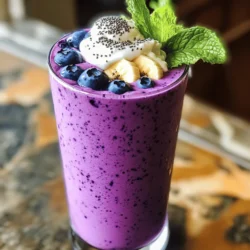 Für den perfekten Kokos-Blaubeer-Smoothie brauchst du einige einfache Zutaten: - 1 Tasse frische oder gefrorene Blaubeeren - 1 Tasse Kokosmilch (oder eine beliebige pflanzliche Milch nach Wahl) - 1 Banane, in Scheiben geschnitten - 1 Esslöffel Chiasamen - 1/2 Tasse griechischer Joghurt (oder ein pflanzlicher Joghurt) Diese Zutaten bilden die Basis für einen cremigen und nahrhaften Smoothie. Blaubeeren bringen eine süße Note und sind reich an Antioxidantien. Kokosmilch macht deinen Smoothie schön cremig. Die Banane sorgt für eine angenehme Süße und Chiasamen fügen gesunde Ballaststoffe hinzu. Du kannst deinem Smoothie noch mehr Geschmack verleihen, indem du einige optionale Zutaten hinzufügst: - 1 Esslöffel Honig oder Ahornsirup (optional für zusätzliche Süße) - Eiswürfel (optional, für eine dickere Konsistenz) - Frische Minzeblätter zur Garnitur Wenn du es süßer magst, kannst du Honig oder Ahornsirup verwenden. Eiswürfel helfen, den Smoothie dick und kühl zu machen. Frische Minze gibt dem Ganzen einen tollen Geschmack und sieht hübsch aus. Achte darauf, frische und hochwertige Zutaten auszuwählen. Verwende reife Bananen für mehr Süße. Wenn du gefrorene Blaubeeren nimmst, kannst du auf Eiswürfel verzichten. Bei der Kokosmilch kannst du auch andere pflanzliche Milchsorten ausprobieren, je nach deinem Geschmack. Diese kleinen Änderungen machen einen großen Unterschied. Wenn du mehr über die Zubereitung erfahren möchtest, schau dir das [Full Recipe] an. Zuerst musst du alle Zutaten bereitstellen. Nimm eine Tasse Blaubeeren, frisch oder gefroren. Die Blaubeeren geben dem Smoothie seine schöne Farbe und süßen Geschmack. Nimm auch eine Tasse Kokosmilch. Diese sorgt für die cremige Textur. Schneide eine Banane in Scheiben. Die Banane macht den Smoothie süß und hilft, ihn dick zu machen. Füge einen Esslöffel Chiasamen hinzu. Diese kleinen Samen sind gesund und geben dir Energie. Wenn du magst, kannst du auch einen Esslöffel Honig oder Ahornsirup hinzufügen. Das ist für zusätzliche Süße. Zum Schluss nimm eine halbe Tasse griechischen Joghurt. Er macht den Smoothie cremiger. Wenn du einen dickeren Smoothie magst, bereite einige Eiswürfel vor. Jetzt kommt der spannende Teil: das Mixen! Gib die vorbereiteten Zutaten in den Mixer. Starte mit den Blaubeeren und der Kokosmilch. Füge dann die Bananenscheiben, Chiasamen, den Süßstoff und den griechischen Joghurt hinzu. Wenn du Eiswürfel verwenden möchtest, füge sie jetzt auch hinzu. Schließe den Deckel des Mixers gut. Mixe alles bei hoher Geschwindigkeit für etwa 30 bis 45 Sekunden. Achte darauf, dass alles glatt und cremig wird. Wenn du möchtest, kannst du den Smoothie während des Mixens stoppen, um sicherzustellen, dass keine Klumpen bleiben. Nachdem du den Smoothie gemixt hast, probiere ihn. Ist er süß genug für dich? Wenn nicht, kannst du mehr Honig oder Ahornsirup hinzufügen. Mixe dann erneut für ein paar Sekunden. Möchtest du eine dickere Konsistenz? Füge einfach mehr Eiswürfel hinzu und mixe wieder. Wenn der Smoothie zu dick ist, kannst du ein wenig Wasser oder mehr Kokosmilch hinzufügen. Dies hilft, die gewünschte Konsistenz zu erreichen. Schließlich gieße den Smoothie in Gläser und dekoriere ihn mit frischen Minzeblättern. So sieht er nicht nur schön aus, sondern schmeckt auch frisch! Um den Geschmack deines Kokos-Blaubeer-Smoothies zu verbessern, probiere frische Minze oder Limettensaft. Diese Zutaten bringen einen frischen Kick. Du kannst auch ein wenig Vanilleextrakt hinzufügen. Das macht den Smoothie noch schmackhafter. Experimentiere mit verschiedenen Süßungsmitteln. Honig hat eine blumige Note, während Ahornsirup einen reichen, karamellartigen Geschmack bietet. Frische Blaubeeren sind süß und saftig, perfekt für einen Sommergenuss. Gefrorene Blaubeeren haben einen intensiveren Geschmack. Sie machen deinen Smoothie dick und kühl. Ich empfehle, gefrorene Früchte zu wählen, wenn du einen kühlen Smoothie magst. Wenn du frische Blaubeeren verwendest, füge etwas mehr Eis hinzu. So bleibt die Konsistenz schön cremig. Bereite alles vorher vor, um Zeit zu sparen. Schneide die Banane in Scheiben und halte sie bereit. Wenn du den Smoothie servierst, nutze hohe Gläser. Das sieht toll aus und macht den Genuss besonders. Garniere den Smoothie mit frischen Minzeblättern. Das macht ihn nicht nur schön, sondern gibt auch einen zusätzlichen Frischekick. Du kannst auch einige Chiasamen oben drauf streuen, für mehr Textur und Nährstoffe. Für das vollständige Rezept folge bitte dem [Full Recipe]. {{image_4}} Um deinen Kokos-Blaubeer-Smoothie zu variieren, füge verschiedene Zutaten hinzu. Du kannst zum Beispiel Spinat für extra Nährstoffe verwenden. Auch ein Löffel Erdnussbutter gibt einen tollen Geschmack. Für einen schokoladigen Kick probiere Kakaopulver. Du kannst auch andere Beeren wie Himbeeren oder Erdbeeren nutzen. Diese machen den Smoothie fruchtiger und bunter. Wenn du vegan lebst, ist dieser Smoothie leicht anzupassen. Verwende einfach pflanzlichen Joghurt anstelle von griechischem Joghurt. Auch Honig kannst du durch Agavendicksaft ersetzen. Diese Zutaten bieten den gleichen Geschmack und die gleiche Cremigkeit. Achte darauf, eine milde pflanzliche Milch zu wählen, die dir schmeckt. Eine Smoothie Bowl ist eine kreative Art, deinen Kokos-Blaubeer-Smoothie zu genießen. Mixe die Zutaten wie gewohnt, aber lass etwas Flüssigkeit weg. So wird der Smoothie dicker. Gieße ihn dann in eine Schüssel. Garniere die Bowl mit frischen Früchten, Nüssen oder Müsli. Das sieht nicht nur gut aus, sondern schmeckt auch köstlich. Für die vollständige Rezeptanleitung sieh dir das [Full Recipe] an. Um deinen Kokos-Blaubeer-Smoothie frisch zu halten, stelle sicher, dass du ihn in einem luftdichten Behälter aufbewahrst. Ein Glas oder eine Flasche mit Deckel funktioniert gut. Fülle den Behälter bis zur Oberkante, um Luft zu vermeiden. So bleibt der Geschmack länger erhalten. Stelle den Smoothie in den Kühlschrank. Er bleibt dort etwa 1-2 Tage frisch. Wenn du deinen Smoothie länger aufbewahren willst, friere ihn ein. Gieße den Smoothie in Eiswürfelschalen oder in einen gefrierfesten Behälter. So kannst du Portionsgrößen leicht handhaben. Achte darauf, den Behälter nicht zu voll zu machen, da sich der Smoothie beim Gefrieren ausdehnt. Zum Genießen taue die Portionen im Kühlschrank oder bei Raumtemperatur auf. Die Haltbarkeit ist wichtig, um Abfall zu vermeiden. Wenn du Reste hast, benutze sie in anderen Rezepten. Du kannst den Smoothie in Joghurt oder Haferflocken mischen. Das gibt zusätzlichen Geschmack und Nährstoffe. Du kannst auch gefrorene Smoothie-Würfel in Cocktails oder als Eiswürfel für Wasser verwenden. So genießt du deine Reste auf eine kreative Art. Ein Kokos-Blaubeer-Smoothie hat ungefähr 250 bis 300 Kalorien pro Portion. Diese Zahl kann jedoch variieren. Die verwendeten Zutaten spielen eine große Rolle. Wenn du zum Beispiel griechischen Joghurt und Honig hinzufügst, erhöht sich die Kalorienzahl. Wenn du die Banane weglässt, sinkt sie. Um die genauen Kalorien zu berechnen, nutze eine Nährwertdatenbank oder eine App. So kannst du deinen Smoothie nach deinen Bedürfnissen anpassen. Ja, du kannst andere Früchte in deinen Smoothie geben. Himbeeren, Erdbeeren oder Mangos passen gut dazu. Jede Frucht bringt ihren eigenen Geschmack und Nährstoffgehalt mit. Du kannst auch eine halbe Avocado hinzufügen, um den Smoothie cremiger zu machen. Experimentiere mit verschiedenen Kombinationen, um deinen perfekten Geschmack zu finden. Vergiss nicht, die Menge anzupassen, damit der Smoothie nicht zu dünn wird. Ja, der Kokos-Blaubeer-Smoothie ist sehr kinderfreundlich. Er enthält gesunde Zutaten und ist lecker. Kinder lieben die süße Note der Früchte. Du kannst die Süße anpassen, je nach Vorliebe deines Kindes. Wenn du weniger Zucker möchtest, lass den Honig einfach weg. Zudem kannst du den Smoothie in einer bunten Tasse servieren, um ihn noch ansprechender zu machen. Der Smoothie ist eine tolle Möglichkeit, ihnen Nährstoffe zu geben. Ein Kokos-Blaubeer-Smoothie ist einfach und lecker. Wir haben die Hauptzutaten, die Zubereitung und Tipps zur Verdauung behandelt. Denk daran, frische oder gefrorene Früchte zu verwenden. Variiere die Zutaten für neue Geschmäcker. Auch die Aufbewahrung der Reste ist wichtig. Dieser Smoothie ist nährstoffreich und kindgerecht. Probiere es aus und entdecke, wie gut dir dieser selbstgemachte Smoothie tut!