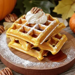 Für flauschige Kürbisgewürz-Waffeln benötigst du: - 1 Tasse Weizenmehl - 1 Tasse Kürbispüree aus der Dose - 2 Esslöffel brauner Zucker - 1 Teelöffel Backpulver - 1 Teelöffel Natron - 1/2 Teelöffel Salz - 1 Teelöffel Zimt - 1/2 Teelöffel Muskatnuss - 1/4 Teelöffel Ingwer (gemahlen) - 1/4 Teelöffel Nelken (gemahlen) - 1 Tasse Buttermilch - 2 große Eier - 4 Esslöffel geschmolzene Butter - Öl oder zusätzliche Butter zum Einfetten des Waffeleisens Für spezielle Diäten kannst du folgende Alternativen nutzen: - Glutenfrei: Verwende glutenfreies Mehl anstelle von Weizenmehl. - Vegan: Ersetze die Eier durch Leinsamen oder Chiasamen. Nutze Pflanzenmilch und vegane Butter. - Zuckerfrei: Nutze einen Zuckeralternativ wie Stevia oder Erythrit. Wähle frische und hochwertige Zutaten für den besten Geschmack. - Kürbispüree: Achte darauf, dass es rein und ohne Zusatzstoffe ist. - Gewürze: Verwende frische Gewürze für mehr Aroma. Gemahlene Gewürze verlieren schnell ihren Geschmack. - Eier: Frische Eier sind wichtiger für die Textur der Waffeln. Mit diesen Zutaten kannst du die besten Waffeln zaubern. Das macht das Kochen einfach und spaßig! Probiere das Rezept aus, um in den Genuss der köstlichen Waffeln zu kommen. Du kannst die vollständige Anleitung im Full Recipe finden. Zuerst sollten Sie Ihr Waffeleisen aufheizen. Jeder Waffeleisen hat eigene Anweisungen. Fettn Sie das Eisen mit etwas Öl oder geschmolzener Butter ein. Dies hilft, die Waffeln nicht kleben zu lassen. Jetzt kommt der spannende Teil! In einer großen Schüssel vermengen Sie die trockenen Zutaten. Nehmen Sie dazu: - 1 Tasse Weizenmehl - 2 Esslöffel braunen Zucker - 1 Teelöffel Backpulver - 1 Teelöffel Natron - 1/2 Teelöffel Salz - 1 Teelöffel Zimt - 1/2 Teelöffel Muskatnuss - 1/4 Teelöffel Ingwer - 1/4 Teelöffel Nelken Mischen Sie alles gut mit einem Schneebesen. In einer anderen Schüssel verbinden Sie das Kürbispüree, die Buttermilch, die Eier und die geschmolzene Butter. Rühren Sie, bis alles schön glatt ist. Gießen Sie die flüssigen Zutaten in die Schüssel mit den trockenen Zutaten. Falten Sie alles vorsichtig zusammen. Achten Sie darauf, nicht zu stark zu rühren. Kleine Klumpen sind okay! Jetzt ist Ihr Waffelteig fast bereit! Geben Sie etwa 1/2 Tasse Teig in die Mitte des Waffeleisens. Schließen Sie den Deckel. Backen Sie die Waffeln, bis sie goldbraun sind. Das dauert etwa 5 Minuten. Sobald sie fertig sind, nehmen Sie die Waffeln vorsichtig heraus. Legen Sie sie auf ein Abkühlgitter. Wiederholen Sie diesen Schritt mit dem restlichen Teig. Wenn Sie alles fertig haben, können Sie die Waffeln stilvoll anrichten. Stapeln Sie sie auf einem Teller, bestäuben Sie sie mit Puderzucker und träufeln Sie Ahornsirup darüber. Ein Klecks Schlagsahne und eine Prise Zimt machen das Ganze perfekt. Fügen Sie ein paar Nüsse für den Crunch hinzu. Genießen Sie Ihre fluffigen Kürbisgewürz-Waffeln! Um flauschige Waffeln zu erhalten, gibt es einige wichtige Tipps. Verwenden Sie frische Zutaten. Frische Eier und Buttermilch machen einen großen Unterschied. Achten Sie darauf, das Waffeleisen gut vorzuheizen. Ein heißes Waffeleisen sorgt für eine knusprige Außenseite. Mischen Sie die trockenen und feuchten Zutaten separat. Fügen Sie dann die feuchten Zutaten zu den trockenen hinzu. Rühren Sie nur leicht, um Klumpen zu lassen. Übermixen Sie den Teig nicht, denn das macht die Waffeln zäh. Ein häufiger Fehler ist, das Waffeleisen nicht richtig vorzuheizen. Das führt zu matschigen Waffeln. Ein weiterer Fehler ist, zu viel Teig zu verwenden. Geben Sie etwa 1/2 Tasse Teig in das Eisen, um ein Überlaufen zu vermeiden. Prüfen Sie auch die Backzeit. Zu langes Backen macht die Waffeln trocken. Ein letzter Punkt: Vermeiden Sie es, den Deckel des Waffeleisens zu öffnen, bevor die Waffeln fertig sind. So bleiben sie schön fluffig. Die Präsentation macht viel aus! Stapeln Sie die Waffeln hoch auf einem schönen Teller. Bestäuben Sie sie mit Puderzucker. Ein spritziger Ahornsirup macht das Bild perfekt. Fügen Sie einen Klecks Schlagsahne hinzu. Eine Prise Zimt oben drauf sieht toll aus. Garnieren Sie mit Pecannüssen oder Walnüssen für zusätzlichen Crunch. Diese Details machen Ihre Waffeln unwiderstehlich. Folgen Sie dem Full Recipe für weitere Tipps! {{image_4}} Um die Aromen der flauschigen Kürbisgewürz-Waffeln zu verstärken, können Sie zusätzliche Gewürze hinzufügen. Sie könnten zum Beispiel eine Prise Muskatnuss oder sogar etwas Kardamom verwenden. Diese Gewürze bringen Tiefe und Wärme in den Geschmack. Auch Schokoladenstückchen oder Nüsse sind gute Ergänzungen. Diese Zutaten machen Ihre Waffeln noch interessanter und leckerer! Für vegane Waffeln können Sie die Eier durch Leinsamen ersetzen. Mischen Sie einen Esslöffel gemahlenen Leinsamen mit drei Esslöffeln Wasser. Lassen Sie die Mischung einige Minuten ruhen, bis sie dick wird. Statt Buttermilch verwenden Sie pflanzliche Milch mit einem Schuss Essig. Um glutenfreie Waffeln zu machen, wählen Sie glutenfreies Mehl. Achten Sie darauf, dass die anderen Zutaten auch glutenfrei sind. Servieren Sie die Waffeln warm mit Ahornsirup und Schlagsahne. Fügen Sie frische Früchte wie Himbeeren oder Bananen hinzu. Eine Prise Zimt oder Puderzucker verleiht dem Gericht das gewisse Etwas. Für ein herzhaftes Frühstück können Sie die Waffeln mit Speck oder Rührei kombinieren. Diese Kombinationen machen Ihre Mahlzeit bunt und schmackhaft. Wenn Sie mehr Ideen wollen, schauen Sie sich das Full Recipe an. Um die Waffeln frisch zu halten, lassen Sie sie zuerst abkühlen. Legen Sie sie dann in einen luftdichten Behälter. Verwenden Sie ein Tuch, um die Feuchtigkeit zu regulieren. So bleiben sie fluffig. Um die Waffeln wieder aufzuwärmen, nutzen Sie den Toaster oder den Ofen. Im Toaster werden sie knusprig. Stellen Sie den Ofen auf 175 Grad Celsius ein. Legen Sie die Waffeln auf ein Blech und backen Sie sie für 5 bis 7 Minuten. Waffeln halten sich im Kühlschrank bis zu 3 Tage. Für längere Lagerung frieren Sie sie ein. Wickeln Sie jede Waffel einzeln in Frischhaltefolie. Legen Sie sie dann in einen Gefrierbeutel. So bleiben sie bis zu 2 Monate frisch. Wenn Sie sie essen möchten, lassen Sie sie einfach im Kühlschrank auftauen oder erwärmen Sie sie direkt. Für das vollständige Rezept, schauen Sie sich mein Rezept für fluffige Kürbisgewürz-Waffeln an. Um die Waffeln noch fluffiger zu machen, benutze frische Eier. Trenne die Eier und schlage das Eiweiß steif. Füge das geschlagene Eiweiß am Ende vorsichtig unter den Teig. Das hilft, die Waffeln leicht und luftig zu machen. Auch die richtige Menge Backpulver ist wichtig. Zu viel kann die Waffeln flach machen. Achte darauf, die trockenen und flüssigen Zutaten gut zu mischen, aber übermixen ist nicht nötig. Ja, frisches Kürbispüree ist eine tolle Wahl! Koche den Kürbis zuerst und püriere ihn, bis er glatt ist. Achte darauf, dass das Püree nicht zu nass ist. Ein bisschen weniger Flüssigkeit kann helfen, die Waffeln perfekt zu machen. Frisches Püree hat auch einen tollen Geschmack und ist super gesund. Du kannst das Püree sogar würzen, um den Geschmack zu intensivieren. Kürbisgewürz-Waffeln schmecken am besten mit süßen Beilagen. Ahornsirup ist ein Klassiker und passt immer gut. Du kannst auch Schlagsahne hinzufügen, um es cremig zu machen. Einige frische Früchte wie Äpfel oder Birnen bringen eine schöne Frische. Für einen extra Crunch sind gehackte Nüsse ideal. Pecannüsse oder Walnüsse sind besonders lecker. Probiere auch eine Prise Zimt auf der Sahne für den letzten Schliff. Zusammenfassend haben wir heute alles über Waffeln gelernt. Wir haben Zutaten besprochen, die wichtig sind, und Alternativen für spezielle Diäten. Die Schritt-für-Schritt-Anleitung hilft dir beim Zubereiten. Tipps und Tricks zeigen, wie du perfekte Waffeln machst. Außerdem gab es Ideen für Variationen und Lagerungshinweise. Denke daran, dass frische Zutaten und die richtige Technik den Unterschied machen. Probiere verschiedene Kombinationen aus und finde dein Lieblingsrezept! So bereitest du stets leckere Waffeln, die jeden beeindrucken.