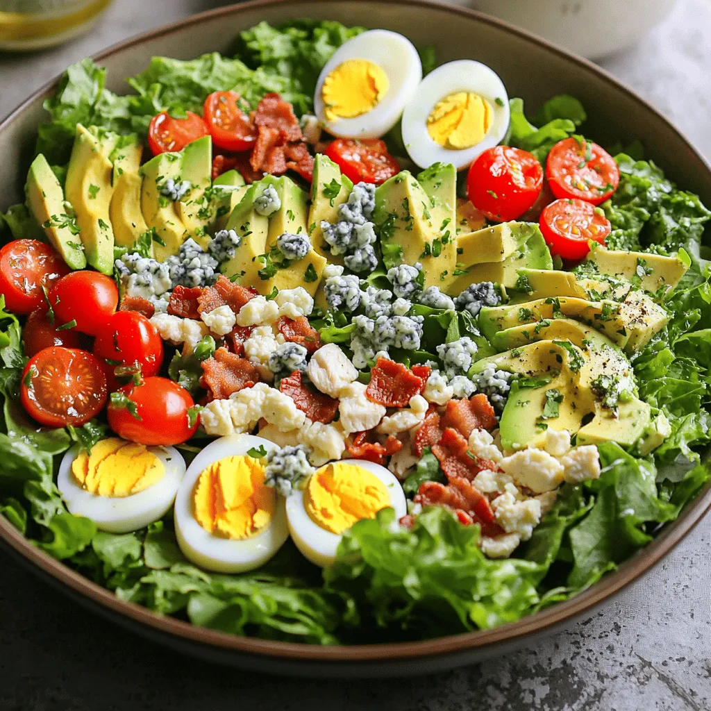 Für einen leckeren Classic Cobb Salad brauchst du: - 4 Tassen gemischte Blattsalate (Römersalat, Rucola, Spinat) - 2 hartgekochte Eier, gehackt - 1 Tasse gegartes Hähnchenbrustfilet, gewürfelt - 1 mittelgroße reife Avocado, gewürfelt - 1 Tasse Kirschtomaten, halbiert - 1/2 Tasse zerkleinerter Blauschimmelkäse - 1/2 Tasse gebratener Speck, gehackt (oder knusprige Kichererbsen für eine vegetarische Option) - 1/4 Tasse rote Zwiebel, in dünne Ringe geschnitten Diese Zutaten machen deinen Salat frisch und nahrhaft. Die Kombination aus Blattsalaten und anderen leckeren Zutaten sorgt für eine schöne Farbgebung. Der Blauschimmelkäse gibt dem Salat einen kräftigen Geschmack. Wenn du eine vegetarische Option möchtest, sind Kichererbsen eine tolle Wahl. Für das Dressing benötigst du: - 1/4 Tasse Olivenöl - 2 Esslöffel Rotweinessig (oder Apfelessig als Ersatz) - 1 Teelöffel Dijon-Senf - Salz und Pfeffer nach Geschmack Das Dressing macht den Salat besonders schmackhaft. Es bringt die Aromen zusammen und gibt einen frischen Kick. Du kannst die Menge an Essig oder Senf anpassen, je nach deinem Geschmack. Für die gesamte Zubereitung schaue dir das [Full Recipe] an und genieße deinen Classic Cobb Salad! Beginne mit der Vorbereitung. Wasche die Blattsalate gründlich unter kaltem Wasser. Danach schleudere sie trocken. Das sorgt dafür, dass der Salat frisch bleibt. Koche die Eier hart. Das dauert etwa zehn Minuten. Lass sie nach dem Kochen abkühlen und schäle sie dann. Jetzt ist es Zeit, das Hühnchen, die Avocado und die Tomaten zu schneiden. Würfle das Hühnchen und die Avocado. Halbiere die Kirschtomaten. So hast du alles bereit für den nächsten Schritt. Nimm eine große Schüssel und lege die Blattsalate als Basis hinein. Achte darauf, dass die Blätter gleichmäßig verteilt sind. Jetzt kommt der kreative Teil. Arrangiere die gehackten Eier, das Hühnchen, die Avocado, die halbierten Tomaten, den Blauschimmelkäse, den Speck und die rote Zwiebel dekorativ auf den Blattsalaten. Das sieht nicht nur gut aus, sondern macht den Salat auch lecker. Jetzt bereiten wir das Dressing vor. Nimm eine kleine Schüssel und vermenge das Olivenöl, den Essig und den Senf. Rühre kräftig um, bis alles gut vermischt ist. Schmecke das Dressing mit Salz und Pfeffer ab. Es sollte gut würzig sein. Gieße das Dressing kurz vor dem Servieren über den Salat oder stelle es separat bereit. So kann jeder entscheiden, wie viel Dressing er möchte. Wenn du mehr über die Zubereitung erfahren möchtest, schaue dir das [Full Recipe] an. Um das Hähnchen aromatisch zu kochen, beginne mit frischen Zutaten. Würze das Hähnchen mit Salz, Pfeffer und etwas Zitrone. Brate es bei mittlerer Hitze. So bleibt es saftig und zart. Lasse das Hähnchen nach dem Kochen ruhen. Das hilft, die Säfte zu halten. Für die Eier, bringe einen Topf mit Wasser zum Kochen. Lege die Eier vorsichtig hinein und koche sie für etwa 9 bis 12 Minuten. Ein kurzes Kühlen in Eiswasser hilft, die Schale leicht zu entfernen. So bekommst du perfekt hartgekochte Eier. Die Schichtung ist wichtig. Sie hilft, die Aromen zu kombinieren. Beginne mit den Blattsalaten als Basis. Arrangiere dann die anderen Zutaten in Reihen. So sieht der Salat schön aus und jeder Bissen hat alle Geschmäcker. Frische Kräuter geben dem Salat das gewisse Etwas. Zum Beispiel kannst du Schnittlauch oder Petersilie verwenden. Streue sie über den Salat, um Farbe und Geschmack hinzuzufügen. Es gibt viele Dressing-Variationen. Wenn du eine leichtere Option möchtest, versuche ein Joghurt-Dressing. Mische Joghurt mit etwas Senf, Zitrone, Salz und Pfeffer. Das gibt einen frischen Kick. Für mehr Geschmack kannst du auch Feta oder Kräuter zu deinem Dressing hinzufügen. Experimentiere mit verschiedenen Essigsorten. Das verbessert den Geschmack des gesamten Salats. So findest du die perfekte Balance für deinen Classic Cobb Salad. Für das gesamte Rezept schau dir [Full Recipe] an. {{image_4}} Für eine vegetarische Cobb Salad-Variante verwende ich Kichererbsen statt Speck und Hähnchen. Kichererbsen bringen eine tolle Textur und viel Protein in den Salat. Sie sorgen für einen herzhaften Geschmack. Um noch mehr Frische zu bekommen, füge ich gerne Gurken oder Paprika hinzu. Diese Gemüsesorten fügen Knackigkeit und Farbe hinzu. Sie machen den Salat noch ansprechender und leckerer. Wenn du glutenfrei essen möchtest, achte darauf, dass alle Zutaten glutenfrei sind. Viele Dressings können Gluten enthalten. Überprüfe die Etiketten sorgfältig, um sicherzustellen, dass alles passt. Bei frischen Zutaten wie Gemüse und Eiern gibt es normalerweise keine Probleme. So bleibt der Salat gesund und schmackhaft für alle. Für eine Low-Carb-Version empfehle ich, die Menge an Hülsenfrüchten zu reduzieren. Du kannst auch die Kichererbsen ganz weglassen. Stattdessen kannst du mehr Blattsalate oder Avocado verwenden. Diese Zutaten halten den Salat leicht und voll von gesunden Fetten. So bleibt der Genuss ohne viele Kohlenhydrate. Für das vollständige Rezept schaue dir die Anleitung in der Full Recipe an. Um die Zutaten frisch zu halten, lagere die Salatzutaten getrennt. Verwende luftdichte Behälter. So bleiben die Blattsalate knusprig. Lege Küchentücher in die Behälter. Diese nehmen die Feuchtigkeit auf und verhindern das Welken. Das Dressing bewahrst du am besten in einer separaten Flasche. Achte darauf, dass der Deckel gut schließt. So bleibt der Geschmack frisch. Wenn du das Dressing selbst machst, verwende frische Zutaten. Diese geben dem Salat mehr Geschmack. Du kannst die Zutaten einige Stunden vor dem Servieren vorbereiten. Koche die Eier und schneide das Gemüse. Bewahre alles im Kühlschrank auf. Das spart Zeit, wenn Gäste kommen. Du kannst den Salat auch ganz anrichten und kurz vor dem Servieren das Dressing hinzufügen. So bleibt alles frisch und lecker. Der Classic Cobb Salad bleibt im Kühlschrank etwa zwei Tage frisch. Achte darauf, die Zutaten gut zu lagern. Verwende luftdichte Behälter, um den Salat länger haltbar zu machen. Nach zwei Tagen kann der Salat an Geschmack verlieren. Also genieße ihn frisch! Der Classic Cobb Salad hält sich bis zu drei Tage im Kühlschrank. Lagere ihn in einem luftdichten Behälter. Das hilft, die Frische zu bewahren. Achte darauf, das Dressing separat zu halten. So bleibt der Salat knusprig und frisch. Ja, du kannst den Classic Cobb Salad vegan machen! Verwende Kichererbsen oder Tofu anstelle von Hähnchen. Für den Käse kannst du einen veganen Feta oder Nusskäse verwenden. Die Dressing-Optionen können auch mit pflanzlichem Joghurt zubereitet werden. So bleibt der Geschmack frisch und lecker. Statt Blauschimmelkäse kannst du Feta oder Ziegenkäse verwenden. Diese Käse bringen einen ähnlichen Geschmack, jedoch mit weniger Intensität. Eine vegane Option ist Nusskäse oder Hefeflocken. Diese Alternativen geben dem Salat eine schöne Tiefe. Das Rezept ergibt vier Portionen. Wenn du für eine größere Gruppe kochen möchtest, verdopple die Zutaten. So hast du genug für alle. Achte darauf, die Zutaten gleichmäßig zu verteilen, um den Geschmack zu erhalten. Der Cobb Salad passt gut zu gegrilltem Brot oder einer cremigen Suppe. Auch eine Portion Quinoa oder Kichererbsensalat ergänzt das Gericht. Für einen leichten Snack sind frische Gemüsesticks ideal. Probiere auch verschiedene Dips dazu aus. Der Classic Cobb Salad ist eine vielseitige Wahl für jeden Anlass. Wir haben die Hauptzutaten, die Zubereitung und einige kreative Tipps besprochen. Ob du nun die vegetarische Variante probierst oder dem Salat dein persönliches Dressing hinzufügst, die Möglichkeiten sind endlos. Denke daran, wie du die Zutaten lagerst, um die Frische zu bewahren. Dieser Salat bringt Geschmack und Gesundheit auf den Tisch. Experimentiere mit deiner Version und genieße jeden Bissen!