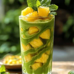 - 1 reife Ananas, geschält und gewürfelt - 1 Teelöffel Matcha-Pulver - 1 Tasse Kokosmilch (oder Milch nach Wahl) Die Ananas gibt dem Frappe eine süße und fruchtige Note. Wähle eine reife Ananas für den besten Geschmack. Das Matcha-Pulver bringt eine schöne grüne Farbe und hat viele gesundheitliche Vorteile. Kokosmilch sorgt für eine cremige Textur und einen leichten Kokosgeschmack. Du kannst auch andere Milchsorten verwenden, wenn du magst. - 1 Esslöffel Honig (oder Ahornsirup für eine vegane Option) - Eine Prise Salz - Frische Minzblätter zur Garnitur Der Honig oder Ahornsirup fügt Süße hinzu. Die Menge kannst du je nach deinem Geschmack anpassen. Eine Prise Salz hebt die Aromen hervor. Die frischen Minzblätter sind nicht nur schön, sie bringen auch einen frischen Geschmack. Wenn du mehr über die Zubereitung erfahren möchtest, schau dir das Full Recipe an. - Mixer vorbereiten Beginne mit einem sauberen Mixer. Stelle sicher, dass alle Teile gut sitzen. - Ananas und Matcha mischen Gib die gewürfelte Ananas, das Matcha-Pulver, die Kokosmilch und den Honig in den Mixer. Füge eine Prise Salz hinzu. Mixe alles gut, bis die Mischung glatt ist. - Eiswürfel hinzufügen und pürieren Jetzt kommen die Eiswürfel ins Spiel. Füge sie der Mischung hinzu und püriere alles erneut. Du möchtest eine slushy und schaumige Konsistenz erzielen. - Süße anpassen und servieren Mach eine Kostprobe. Wenn du mehr Süße magst, füge mehr Honig oder Ahornsirup hinzu. Rühre alles gut um. - Präsentationstipps mit Minzblättern Gieße den Frappe in ein hohes Glas. Garniere ihn mit frischen Minzblättern. Das sieht toll aus und bringt einen frischen Geschmack. Jetzt bist du bereit, deinen Pineapple Matcha Frappe zu genießen! Du findest die vollständige Anleitung im [Full Recipe]. Die richtige Konsistenz erzielen Achte darauf, dass dein Frappe die perfekte Konsistenz hat. Wenn er zu flüssig ist, füge mehr Eis hinzu. Wenn er zu dick ist, gib etwas mehr Kokosmilch hinzu. Das Ziel ist eine slushy, schaumige Textur. Du kannst das auch während des Mixens testen. Zu viel Süßungsmittel vermeiden Süße ist wichtig, aber übertreibe es nicht. Zu viel Honig oder Sirup kann den Geschmack der Ananas und des Matcha überdecken. Fang mit einem Esslöffel an und teste die Süße. Du kannst immer mehr hinzufügen, wenn nötig. Frische vs. Konservierte Ananas Frische Ananas macht den Frappe viel besser. Sie hat einen lebendigen Geschmack und eine schöne Textur. Konservierte Ananas sind oft zu süß und weich. Wenn du frische Ananas wählst, achte darauf, dass sie reif ist. Das gibt deinem Frappe den besten Geschmack. Auswahl des passenden Matcha-Pulvers Nicht alle Matcha-Pulver sind gleich. Wähle ein hochwertiges, feines Matcha-Pulver. Ein gutes Matcha hat eine leuchtend grüne Farbe und einen frischen, grasigen Duft. Es schmeckt besser und hat mehr Nährstoffe. Investiere in eine gute Marke, um das Beste aus deinem Frappe herauszuholen. Für die vollständige Anleitung und das Rezept, siehe den [Full Recipe]. {{image_4}} Du kannst deinen Pineapple Matcha Frappe leicht vegan machen. Verwende einfach pflanzliche Milch. Ich empfehle Kokosmilch oder Mandelmilch. Beide geben dem Frappe einen tollen Geschmack. Statt Honig kann Ahornsirup verwendet werden. Ahornsirup hat einen süßen, reichen Geschmack. Er passt gut zu Ananas und Matcha. So hast du ein köstliches, veganes Getränk. Du kannst den Frappe auch mit anderen Früchten aufpeppen. Mango oder Banane sind tolle Optionen. Diese Früchte fügen eine süße Note hinzu. Sie machen den Frappe noch fruchtiger und leckerer. Für eine andere Süße kannst du Stevia verwenden. Stevia ist kalorienfrei und sehr süß. Es ist eine gute Wahl für eine gesunde Ernährung. Experimentiere mit diesen Kombinationen, um deinen perfekten Frappe zu finden. Du kannst deinen Pineapple Matcha Frappe im Kühlschrank oder Gefrierschrank aufbewahren. Der Kühlschrank ist ideal für kurzfristige Lagerung. Dort bleibt der Frappe für bis zu zwei Tage frisch. Stelle sicher, dass du ihn in einem luftdichten Behälter aufbewahrst. So bleibt der Geschmack erhalten. Der Gefrierschrank ist besser für längere Lagerung. Im Gefrierschrank kannst du den Frappe bis zu einem Monat lagern. Achte darauf, ihn in einem gefriergeeigneten Behälter zu lagern. Dies verhindert Gefrierbrand und den Verlust von Geschmack. Wenn du Reste hast, mach dir keine Sorgen. Du kannst den Frappe ganz einfach wieder frisch machen. Nimm den Frappe aus dem Kühlschrank oder Gefrierschrank. Wenn er gefroren ist, lasse ihn bei Raumtemperatur kurz antauen. Gib den Frappe dann in einen Mixer. Füge ein wenig Kokosmilch oder Wasser hinzu, um die Konsistenz zu verbessern. Mische alles gut durch, bis der Frappe wieder cremig und erfrischend ist. So kannst du deinen Drink wieder genießen, als wäre er frisch gemacht! Matcha hat viele Vorteile. Es ist reich an Antioxidantien. Diese helfen, die Zellen zu schützen. Zudem gibt es dir einen Energieboost. Matcha kann auch den Stoffwechsel ankurbeln. Das kann beim Abnehmen helfen. Ja, du kannst den Frappe vorbereiten! Mache die Mischung und stelle sie in den Kühlschrank. Wenn du bereit bist, füge die Eiswürfel hinzu. Mixe alles zusammen, um es frisch zu machen. So bleibt der Frappe kühl und lecker. Du kannst frische Ananas in lokalen Märkten finden. Achte auf reife und saftige Früchte. Matcha-Pulver bekommst du in Bioläden oder Online-Shops. Kokosmilch gibt es oft im Supermarkt. Vergiss nicht, nach hochwertigem Honig zu suchen. Im Kühlschrank bleibt der Frappe 1 bis 2 Tage frisch. Bewahre ihn in einem luftdichten Behälter auf. Rühre ihn gut durch, bevor du ihn trinkst. So bleibt der Geschmack angenehm und frisch. Der Pineapple Matcha Frappe kombiniert gesunde Zutaten für einen erfrischenden Drink. Wir haben Hauptzutaten wie Ananas, Matcha und Kokosmilch betrachtet. Die richtige Zubereitung sorgt für die perfekte Konsistenz. Vermeide häufige Fehler und wähle frische Zutaten aus. Variationen bieten tolle Alternativen, wie vegane Optionen und andere Früchte. Halte den Frappe kühl oder friere ihn ein für später. Dieser Drink ist nicht nur lecker, sondern auch gesund. Experimentiere und finde Deine eigene perfekte Mischung – jeder Schluck ist ein Genuss!