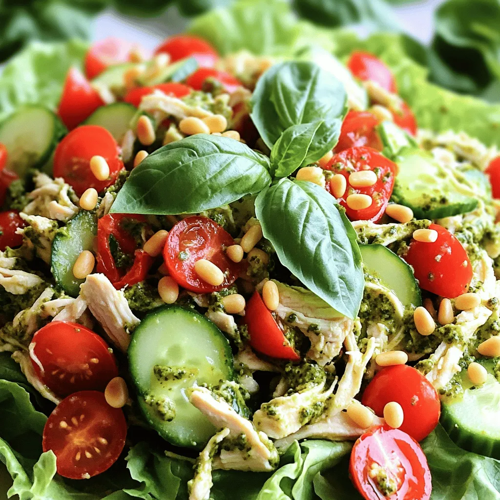 Für einen leckeren Pesto-Hühnchen-Salat benötigst du folgende Hauptzutaten: - 2 Tassen gegartes Hühnchenbrustfilet, zerteilt - 1/2 Tasse hausgemachtes oder gekauftes Basilikumpesto - 1/4 Tasse griechischer Joghurt - 1/2 Tasse Cherrytomaten, halbiert - 1/4 Tasse rote Paprika, gewürfelt - 1/4 Tasse Gurke, gewürfelt - 1/4 Tasse geröstete Pinienkerne - Salz und Pfeffer nach Geschmack - Frische Basilikumblätter zur Garnierung Diese Zutaten geben dem Salat seinen frischen und herzhaften Geschmack. Das Basilikumpesto ist das Herz des Salats. Es bringt viele Aromen mit sich. Der griechische Joghurt macht den Salat cremig. Cherrytomaten ergänzen die Süße und Frische. Rote Paprika und Gurke fügen eine knackige Textur hinzu. Die gerösteten Pinienkerne sorgen für einen nussigen Crunch. Diese Kombination macht den Salat nicht nur lecker, sondern auch gesund. Du kannst entweder hausgemachtes oder gekauftes Pesto verwenden. Hausgemachtes Pesto schmeckt oft frischer. Es ist einfach selbst zu machen. Mische einfach frisches Basilikum, Pinienkerne, Parmesan, Knoblauch und Olivenöl. Wenn du wenig Zeit hast, erfüllt gekauftes Pesto ebenfalls seinen Zweck. Achte auf hochwertige Marken ohne Zusatzstoffe. So bleibt der Geschmack intensiv und echt. Für das vollständige Rezept, schau dir den [Full Recipe] an. Zuerst sammeln Sie alle Zutaten für den Pesto-Hühnchen-Salat. Das macht die Zubereitung leichter. Sie brauchen: - 2 Tassen gegartes Hühnchenbrustfilet, zerteilt - 1/2 Tasse hausgemachtes oder gekauftes Basilikumpesto - 1/4 Tasse griechischer Joghurt - 1/2 Tasse Cherrytomaten, halbiert - 1/4 Tasse rote Paprika, gewürfelt - 1/4 Tasse Gurke, gewürfelt - 1/4 Tasse geröstete Pinienkerne - Salz und Pfeffer nach Geschmack - Frische Basilikumblätter zur Garnierung Stellen Sie sicher, dass alles frisch ist. Das verbessert den Geschmack. Beginnen Sie mit einer großen Schüssel. Geben Sie das zerteilte Hühnchen, Basilikumpesto und griechischen Joghurt hinein. Rühren Sie gut um, bis das Hühnchen gleichmäßig bedeckt ist. Fügen Sie dann die Cherrytomaten, rote Paprika und Gurke hinzu. Seien Sie vorsichtig beim Mischen. Sie wollen das Gemüse nicht zerdrücken. Streuen Sie die gerösteten Pinienkerne über die Mischung. Würzen Sie den Salat mit Salz und Pfeffer. Mischen Sie alles vorsichtig. Lassen Sie den Salat für etwa 30 Minuten im Kühlschrank ruhen. So verbinden sich die Aromen besser. Für eine schöne Präsentation legen Sie den Salat auf frische Salatblätter. Alternativ können Sie ihn in Pita-Taschen servieren. Das sieht toll aus und schmeckt gut. Garnieren Sie den Salat mit frischen Basilikumblättern. Diese geben einen frischen Look und zusätzlichen Geschmack. Für mehr Details und die vollständige Zubereitung schauen Sie sich das [Full Recipe] an. Beim Zubereiten des Pesto-Hühnchen-Salats gibt es ein paar häufige Fehler. Ein häufiger Fehler ist, das Hühnchen zu lange zu kochen. Das kann das Fleisch trocken machen. Achte darauf, das Hühnchen nur zu garen, bis es durch ist. Ein anderer Fehler ist, zu viel Pesto zu verwenden. Zu viel Pesto kann den Salat schwer machen. Beginne mit weniger Pesto und füge mehr hinzu, wenn nötig. Um den besten Geschmack zu erzielen, nutze frische Zutaten. Frische Cherrytomaten und knackige Gurken machen einen großen Unterschied. Röste die Pinienkerne kurz in einer Pfanne, um ihren Geschmack zu intensivieren. Das bringt ein tolles Aroma in den Salat. Ein weiterer Trick ist, den Salat vor dem Servieren im Kühlschrank ruhen zu lassen. So können sich die Aromen gut vermischen. Wenn du mehr Gäste hast, kannst du die Portionen einfach anpassen. Verdopple die Zutaten für größere Mengen. Du kannst auch verschiedene Aromen ausprobieren. Füge z.B. Oliven oder Avocado hinzu. Das bringt neue Geschmäcker in deinen Salat. Wenn du es etwas schärfer magst, füge rote Pfefferflocken hinzu. So kannst du den Pesto-Hühnchen-Salat ganz nach deinem Geschmack gestalten. Für das vollständige Rezept, schau dir das [Full Recipe] an. {{image_4}} Für einen gesünderen Pesto-Hühnchen-Salat kannst du einige Zutaten ersetzen. Statt griechischem Joghurt, probiere Avocado oder Hummus. Diese Optionen geben dem Salat eine cremige Konsistenz. Du kannst auch das Hühnchen durch Thunfisch oder Kichererbsen ersetzen. Diese Zutaten sind proteinreich und passen gut zum Pesto. Der Pesto-Hühnchen-Salat ist sehr vielseitig. Füge mehr Gemüse hinzu, um den Geschmack zu variieren. Zucchini, Brokkoli oder Spinat sind gute Optionen. Du kannst auch geröstete Karotten oder Zwiebeln verwenden. Diese Gemüsesorten bringen mehr Textur und Nährstoffe in den Salat. Experimentiere mit verschiedenen Kombinationen, um deinen perfekten Salat zu finden. Wenn du eine vegetarische oder vegane Option suchst, lasse das Hühnchen weg. Ersetze es durch gekochte Linsen oder Quinoa. Diese Zutaten sind nahrhaft und geben deinem Salat Substanz. Verwende veganes Pesto, das aus Nüssen und Kräutern besteht. So bleibt der Geschmack stark, und du hast eine gesunde Mahlzeit. Für die vollständige Anleitung zum Pesto-Hühnchen-Salat, schaue dir das [Full Recipe] an. Um deinen Pesto-Hühnchen-Salat frisch zu halten, benutze einen luftdichten Behälter. Lagere ihn im Kühlschrank. So bleibt der Salat bis zu drei Tage frisch. Achte darauf, den Salat nicht zu lange bei Raumtemperatur stehen zu lassen. Das kann die Haltbarkeit verringern. Die Haltbarkeit des Pesto-Hühnchen-Salats beträgt etwa drei Tage im Kühlschrank. Wenn du Reste hast, kannst du sie als schnelles Mittagessen verwenden. Du kannst den Salat auch auf einem Sandwich oder in einer Wraps genießen. So bleibt er vielseitig und lecker. Das Einfrieren des Pesto-Hühnchen-Salats wird nicht empfohlen. Einige Zutaten verlieren beim Einfrieren ihre Textur. Du kannst jedoch das Hühnchen oder das Pesto einzeln einfrieren. So hast du immer frische Zutaten bereit. Wenn du das Hühnchen einfrierst, achte darauf, es gut zu verpacken, um Gefrierbrand zu vermeiden. Der Pesto-Hühnchen-Salat hält sich gut im Kühlschrank. Du kannst ihn bis zu drei Tage lang aufbewahren. Achte darauf, ihn in einem luftdichten Behälter zu lagern. So bleibt er frisch und lecker. Nach ein paar Tagen kann der Salat jedoch an Geschmack und Textur verlieren. Ja, du kannst den Pesto-Hühnchen-Salat im Voraus machen. Bereite ihn einfach einige Stunden vor dem Servieren zu. Das gibt den Aromen Zeit, sich zu vermischen. Wenn du ihn für den nächsten Tag planst, stelle sicher, dass du ihn gut abdeckst. So bleibt er frisch und appetitlich. Zu Pesto-Hühnchen-Salat passen viele Beilagen gut. Hier sind einige Ideen: - Knuspriges Brot: Ideal, um die Aromen aufzusaugen. - Gemischter grüner Salat: Frisch und leicht, um den Salat zu ergänzen. - Reis oder Quinoa: Diese liefern zusätzliche Kohlenhydrate und machen das Essen sättigender. - Grillgemüse: Das bringt einen rauchigen Geschmack ins Spiel. Du kannst auch verschiedene Beilagen ausprobieren, je nach deinem Geschmack. Für die genaue Zubereitung des Salats siehe [Full Recipe]. Der Pesto-Hühnchen-Salat bietet eine leckere Mischung aus frischen Zutaten und einfachen Schritten. Wir haben die Hauptzutaten und deren Vorteile betrachtet. Ich habe auch Tipps gegeben, um Fehler zu vermeiden und den Geschmack zu verbessern. Denk daran, auch gesunde Alternativen oder vegetarische Optionen auszuprobieren. Lagere deinen Salat richtig, um ihn frisch zu halten. Mit diesen Hinweisen bereitest du einen schmackhaften und ansprechenden Salat zu, der alle begeistert. Mach dich an die Arbeit und genieße jeden Bissen!