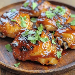 Für mein süß-scharfes BBQ-Hühnchen brauchst du: - 4 Hähnchenoberschenkel (mit Knochen und Haut) - 1 Tasse BBQ-Sauce (gekauft oder selbstgemacht) - 2 Esslöffel Honig - 1 Esslöffel Sriracha-Sauce - 1 Esslöffel Sojasauce - 2 Knoblauchzehen, fein gehackt - 1 Teelöffel geräuchertes Paprikapulver - 1 Teelöffel schwarzer Pfeffer - Salz nach Geschmack - Frischer Koriander, gehackt (zum Garnieren) Die Qualität der Zutaten macht einen großen Unterschied. Frische Hähnchenstücke sorgen für einen besseren Geschmack. Achte darauf, dass die BBQ-Sauce gut gewürzt ist. Du kannst eine eigene Sauce machen oder eine hochwertige kaufen. Honig sollte echt und nicht zu dickflüssig sein. Frische Knoblauchzehen sind aromatischer als das Pulver. Geräuchertes Paprikapulver gibt ein tolles Aroma, also wähle eine gute Marke. Du findest alle Zutaten in deinem örtlichen Supermarkt. Die meisten haben frisches Hühnchen und eine Auswahl an Saucen. Für spezielle Zutaten wie Sriracha oder geräuchertes Paprikapulver kannst du auch in asiatischen oder spezialisierten Geschäften nachsehen. Online-Shops bieten oft eine große Auswahl, wenn du etwas Bestimmtes suchst. Achte auf frische Produkte und gute Bewertungen. Um die Marinade zu machen, benötigst du eine Schüssel. Mische die BBQ-Sauce, den Honig und die Sriracha-Sauce. Füge die Sojasauce und den gehackten Knoblauch hinzu. Dann kommt das geräucherte Paprikapulver und der schwarze Pfeffer. Rühre alles gut um, bis es gleichmäßig aussieht. Diese Marinade bringt viel Geschmack ins Hühnchen. Nimm die Hähnchenoberschenkel und lege sie in einen großen, wiederverschließbaren Beutel. Gieße die Marinade über das Hühnchen. Achte darauf, dass jedes Stück gut bedeckt ist. Schließe den Beutel oder decke die Schüssel ab. Lass das Hühnchen mindestens 1 Stunde im Kühlschrank marinieren. Wenn du mehr Zeit hast, lasse es über Nacht. So wird der Geschmack noch intensiver. Heize den Grill auf mittelhohe Hitze vor. Wenn du keinen Grill hast, kannst du auch eine Grillpfanne verwenden. Nimm das Hühnchen aus der Marinade und lasse die überschüssige Marinade abtropfen. Lege die Hähnchen mit der Hautseite nach unten auf den Grill. Grill die Stücke etwa 6-7 Minuten lang. Wende sie dann und bestreiche sie mit der restlichen Marinade. Grill sie weiter für 6-8 Minuten, bis die Innentemperatur 75 °C erreicht. Lass das Hühnchen nach dem Grillen 5 Minuten ruhen. Vor dem Servieren kannst du frischen Koriander darüber streuen. Für das vollständige Rezept, sieh dir [Full Recipe] an. Um den Geschmack zu steigern, marinieren Sie das Hühnchen länger. Eine Übernacht-Marinade gibt dem Fleisch mehr Aroma. Fügen Sie auch frischen Ingwer oder Limettensaft zur Marinade hinzu. Diese Zutaten bringen Frische und Tiefe. Bei der Grillzeit sollten Sie darauf achten, die Haut knusprig zu grillen. So bleibt das Fleisch saftig. Nutzen Sie einen Gas- oder Holzkohlegrill für das beste Ergebnis. Holzkohle verleiht dem Hühnchen einen rauchigen Geschmack. Verwenden Sie einen Grillthermometer, um die Temperatur zu überprüfen. Stecken Sie das Thermometer in die dickste Stelle des Huhns. Achten Sie darauf, den Grilldeckel während des Garens geschlossen zu halten. So bleibt die Hitze im Grill und das Hühnchen gar. Ein perfekt gegrilltes Hühnchen hat eine goldene, knusprige Haut. Die Innentemperatur sollte 75 °C erreichen. Wenn der Saft klar ist und nicht mehr rosa, ist das Hühnchen fertig. Lassen Sie das Hühnchen nach dem Grillen ruhen. Dies hilft, die Säfte im Fleisch zu halten. Vor dem Servieren mit frischem Koriander garnieren, um einen schönen Farbkontrast zu bieten. {{image_4}} Für die Marinade kannst du viele Zutaten verwenden. Anstelle von Honig kannst du Agavendicksaft nehmen. Das gibt eine ähnliche Süße. Wenn du es schärfer magst, füge mehr Sriracha hinzu. Du kannst auch andere Gewürze ausprobieren, wie Ingwer oder Kreuzkümmel. Diese geben dem Hühnchen einen neuen Geschmack. Du möchtest das Rezept für Vegetarier oder Veganer anpassen? Verwende Tofu oder Tempeh anstelle von Hühnchen. Marinade bleibt gleich. Achte darauf, dass du einen veganen BBQ-Sauce verwendest. So erhältst du ein köstliches, süß-scharfes Gericht ohne Fleisch. Es schmeckt einfach toll! Eingelegtes Hühnchen hat einen tiefen Geschmack. Du lässt es länger in der Marinade. Die BBQ-Glasur kommt später ins Spiel. Sie gibt dem Hühnchen eine schöne, glänzende Schicht. Ein Tipp: Beide Methoden sind lecker! Du kannst sie sogar kombinieren. Probiere es aus und finde deinen Favoriten. Wenn du Reste von deinem süß-scharfen BBQ-Hühnchen hast, bewahre sie sicher auf. Lass das Hühnchen zuerst auf Raumtemperatur abkühlen. Danach packe die Stücke in einen luftdichten Behälter. Du kannst auch Frischhaltefolie verwenden. So bleibt das Hühnchen frisch und lecker. Achte darauf, das Hühnchen innerhalb von zwei Stunden nach dem Grillen zu lagern. Um die Reste wieder warm zu machen, gibt es ein paar einfache Methoden. Du kannst das Hühnchen in der Mikrowelle erhitzen. Lege die Stücke auf einen Teller und decke sie mit einem feuchten Tuch ab. So bleibt das Fleisch saftig. Eine andere Möglichkeit ist das Erhitzen im Ofen. Stelle den Ofen auf 175 °C ein und lege das Hühnchen auf ein Backblech. Decke es mit Alufolie ab, damit es nicht austrocknet. Erhitze es für etwa 15-20 Minuten. Im Kühlschrank hält sich das Hühnchen etwa drei bis vier Tage. Stelle sicher, dass der Behälter gut verschlossen ist. Wenn du das Hühnchen länger aufbewahren möchtest, friere es ein. Im Gefrierfach bleibt es bis zu drei Monate frisch. Vergiss nicht, es in einem gefriergeeigneten Behälter zu lagern. So vermeidest du Gefrierbrand und erhältst den besten Geschmack. Um die beste BBQ-Sauce zu machen, mischen Sie einfach die folgenden Zutaten: - 1 Tasse BBQ-Sauce - 2 Esslöffel Honig - 1 Esslöffel Sriracha-Sauce - 1 Esslöffel Sojasauce - 2 Knoblauchzehen, fein gehackt - 1 Teelöffel geräuchertes Paprikapulver - 1 Teelöffel schwarzer Pfeffer - Salz nach Geschmack Mischen Sie alles in einer Schüssel. Rühren Sie gut um, bis alles gut kombiniert ist. Schmecken Sie die Sauce ab. Fügen Sie mehr Honig oder Sriracha hinzu, um den Geschmack zu verbessern. Ja, Sie können das Hühnchen auch im Ofen zubereiten. Heizen Sie den Ofen auf 200 °C vor. Legen Sie das marinierte Hühnchen auf ein Backblech. Backen Sie es für 30 bis 35 Minuten. Überprüfen Sie die Innentemperatur. Diese sollte 75 °C erreichen. Gute Beilagen sind: - Gegrilltes Gemüse - Kartoffelsalat - Coleslaw - Reis - Maisbrot Diese Beilagen passen gut zu dem süß-scharfen Geschmack des Hühnchens. Sie runden das Gericht ab und bieten eine schöne Auswahl. Zusammenfassend haben wir die besten Zutaten und deren Qualität besprochen. Ich habe euch gezeigt, wie ihr das Hühnchen perfekt marinieren und grillen könnt. Tipps, Tricks und Variationen helfen euch, alleine oder mit Freunden zu genießen. Zudem erfahrt ihr, wie ihr Reste aufbewahrt und wiederaufwärmt. Achtet darauf, die häufigsten Fragen zu klären, um sicher zu grillen. Jetzt seid ihr bereit, die Köstlichkeiten selbst zuzubereiten. Viel Spaß beim Grillen und Genießen!