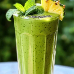 Für einen köstlichen tropischen grünen Smoothie brauchen wir einige Hauptzutaten. Hier ist die Liste: - 1 Tasse frische Spinatblätter - 1 reife Banane, tiefgefroren - 1/2 Tasse Ananasstücke (frisch oder gefroren) - 1/2 Tasse Kokoswasser - 1/2 Avocado - 1 Esslöffel Chiasamen - 1/2 Tasse griechischer Joghurt (optional für zusätzliche Cremigkeit) - Saft von 1 Limette - Frische Minzblätter zur Garnierung Diese Zutaten sind nicht nur lecker, sondern auch voll mit Nährstoffen. Spinat liefert Eisen und Vitamine. Die Banane sorgt für natürliche Süße und gibt dem Smoothie eine cremige Textur. Ananas bringt eine frische Note. Kokoswasser ist hydratisierend und leicht süß. Um den Smoothie noch nahrhafter zu machen, können Sie einige gesunde Ergänzungen hinzufügen. Hier sind ein paar Ideen: - Mandelbutter: Sie fügt gesunde Fette und Proteine hinzu. - Haferflocken: Sie machen den Smoothie sättigender und geben Ballaststoffe. - Protein-Pulver: Ideal für einen kräftigen Start in den Tag. Diese Ergänzungen steigern den Nährwert und helfen, den Hunger zu stillen. Für eine vegane oder lactosefreie Variante können Sie den griechischen Joghurt einfach weglassen. Stattdessen verwenden Sie pflanzliche Alternativen. Hier sind einige Optionen: - Kokosjoghurt: Cremig und lecker, passt gut zu tropischen Aromen. - Mandelmilch: Eine gute Wahl, um die Textur zu verbessern. - Hanfmilch: Diese ist nahrhaft und hat einen milden Geschmack. Mit diesen Tipps können Sie Ihren tropischen grünen Smoothie ganz nach Ihrem Geschmack anpassen. Die [Full Recipe] zeigt Ihnen, wie Sie all diese Zutaten kombinieren, um ein schmackhaftes Ergebnis zu erzielen. Die Zubereitung des tropischen grünen Smoothies dauert nur 10 Minuten. Sie benötigen folgende Utensilien: - Ein guter Mixer - Ein Schneidebrett - Ein scharfes Messer - Ein Messbecher - Ein Esslöffel - Ein Glas oder eine Schüssel zum Servieren 1. Zuerst bereiten Sie alle Zutaten vor. Wenn Sie eine frische Banane verwenden, schälen Sie sie und schneiden sie in Stücke. Legen Sie die Bananenstücke für etwa 30 Minuten in das Gefrierfach. Das macht den Smoothie schön kühl. 2. Geben Sie die frischen Spinatblätter zusammen mit dem Kokoswasser in den Mixer. Starten Sie den Mixer auf niedriger Stufe. So entsteht eine glatte Basis. 3. Sobald der Spinat glatt ist, fügen Sie die gefrorene Banane, Ananasstücke, Avocado, Chiasamen, griechischen Joghurt (optional) und Limettensaft hinzu. Pürieren Sie alles erneut, bis die Mischung cremig ist. 4. Wenn der Smoothie zu dick ist, fügen Sie mehr Kokoswasser oder Wasser hinzu. Mischen Sie weiter, bis die gewünschte Konsistenz erreicht ist. 5. Probieren Sie den Smoothie und passen Sie die Süße an. Sie können etwas Honig oder Agavendicksaft hinzufügen, aber die Früchte sind meist süß genug. 6. Gießen Sie den Smoothie in Ihr Lieblingsglas oder eine Schüssel. Garnieren Sie ihn mit frischen Minzblättern und einem Limettenschnitz. Um die beste Textur zu erreichen, beginnen Sie mit den flüssigen Zutaten. Fügen Sie dann die festen Zutaten hinzu. Mischen Sie zuerst auf niedriger Stufe, um Klumpen zu vermeiden. Erhöhen Sie die Geschwindigkeit allmählich, um alles gut zu vermischen. Wenn nötig, schaben Sie die Seiten des Mixers ab, um sicherzustellen, dass alles gut vermischt ist. Um deinen Smoothie cremig zu machen, benutze reife Banane und Avocado. Diese Zutaten geben eine tolle Textur. Gefrorene Früchte helfen ebenfalls. Sie machen den Smoothie kühler und dicker. Achte darauf, dass du genug Flüssigkeit hinzufügst. Kokoswasser ist ideal, da es den Geschmack ergänzt. Wenn der Smoothie zu dick ist, füge einfach mehr Kokoswasser hinzu. Du kannst den Geschmack deines Smoothies leicht ändern. Probiere verschiedene Früchte wie Mango oder Papaya. Auch ein Spritzer Zitronensaft kann helfen. Ein Hauch von Ingwer gibt einen interessanten Kick. Wenn du es süßer magst, füge Honig oder Agavendicksaft hinzu. Experimentiere mit verschiedenen Kräutern, wie Basilikum oder Minze, um neue Geschmäcker zu entdecken. Frische Zutaten haben oft einen besseren Geschmack. Sie sind auch nährstoffreich. Gefrorene Zutaten sind praktisch, da sie lange haltbar sind. Sie können helfen, den Smoothie kühler zu machen. Du kannst frische Spinatblätter mit gefrorenen Früchten kombinieren. So bekommst du das Beste aus beiden Welten. Verwende die Zutaten, die dir am besten gefallen. Dein Smoothie wird immer lecker sein! {{image_4}} Um den tropischen grünen Smoothie noch besser zu machen, füge Superfoods hinzu. Chiasamen sind schon ein guter Start. Du kannst auch Spirulina oder Maca-Pulver probieren. Diese Zutaten geben einen Extra-Nährstoffschub. Sie sind reich an Vitaminen und Mineralien. Ein Esslöffel reicht oft aus, um den Smoothie aufzupeppen. Es gibt viele Möglichkeiten, den Geschmack zu ändern. Wenn du keinen Spinat magst, probiere Grünkohl. Das gibt einen anderen, aber guten Geschmack. Für eine süßere Note kannst du Mango oder Papaya verwenden. Diese Früchte passen gut zu den anderen Zutaten. Jedes Mal, wenn du eine neue Frucht verwendest, entsteht ein neuer Geschmack. Nutze saisonale Früchte für mehr Frische. Im Sommer sind Beeren eine tolle Wahl. Sie sind süß und geben eine schöne Farbe. Im Herbst kannst du Äpfel oder Birnen hinzufügen. Das macht den Smoothie besonders lecker und nahrhaft. Mit saisonalen Zutaten bleibt dein Smoothie immer spannend. Du kannst die Zutaten leicht ändern, je nach dem, was gerade verfügbar ist. Du kannst deinen tropischen grünen Smoothie einfach lagern. Am besten bewahrst du ihn in einem luftdichten Behälter auf. Glasbehälter sind ideal, da sie den Smoothie frisch halten. Fülle den Behälter bis zum Rand, damit wenig Luft drin bleibt. Das verringert Oxidation und hält die Farbe und den Geschmack länger. Ein frisch zubereiteter Smoothie hält sich im Kühlschrank etwa 1 bis 2 Tage. Nach dieser Zeit kann er seine Frische und seinen Geschmack verlieren. Wenn du ihn länger aufbewahren möchtest, friere ihn ein. So bleibt er bis zu einem Monat lang gut. Achte darauf, deinen Smoothie in einem gefrierfesten Behälter zu lagern. Wenn du Reste hast, kannst du sie kreativ nutzen. Mische sie mit Joghurt für ein schnelles Frühstück. Du kannst sie auch in Eiswürfelformen gießen und einfrieren. Diese Smoothie-Eiswürfel sind perfekt für Cocktails oder als kühle Erfrischung im Sommer. Alternativ kannst du sie in Muffinteig oder Pancakes einarbeiten. So verwandelst du die Reste in leckere Snacks! Um einen tropischen grünen Smoothie ohne Mixer zu machen, benutze ein Sieb oder eine Gabel. Zuerst zerdrücke die gefrorene Banane in einer Schüssel. Füge dann die Spinatblätter hinzu und zerdrücke sie gut. Mische die Ananasstücke, Avocado und den Limettensaft mit einer Gabel. Du kannst auch einen Pürierstab verwenden, wenn du einen hast. Es wird nicht so glatt wie im Mixer, aber es bleibt lecker. Du kannst viele verschiedene Früchte in deinem Smoothie verwenden. Hier sind einige tolle Optionen: - Mango für einen süßeren Geschmack. - Papaya für einen tropischen Flair. - Beeren wie Erdbeeren oder Heidelbeeren für mehr Antioxidantien. - Kiwi für eine schöne grüne Farbe und einen spritzigen Geschmack. Experimentiere mit den Früchten, die du magst. So kannst du jeden Smoothie neu und spannend machen. Grüne Smoothies bieten viele gesundheitliche Vorteile. Sie sind reich an Vitaminen und Mineralien. Hier sind einige Vorteile: - Spinat ist voll von Eisen und Vitaminen. - Avocado liefert gesunde Fette, die gut für dein Herz sind. - Chiasamen sind reich an Ballaststoffen und Omega-3-Fettsäuren. - Kokoswasser ist eine gute Quelle für Elektrolyte. Das Trinken eines grünen Smoothies kann deinen Körper mit Nährstoffen füllen und dir helfen, dich frisch und energisch zu fühlen. Außerdem sind sie einfach zuzubereiten und machen Spaß! Du kannst mehr über die Zubereitung in der Full Recipe erfahren. Ein tropischer grüner Smoothie bietet viele frische Zutaten und Nährstoffe. Wir haben die Hauptzutaten sowie vegane Alternativen besprochen. Die Schritt-für-Schritt-Anleitung hilft dir beim Mixen und der richtigen Technik. Tipps für eine cremige Konsistenz und interessante Variationen machen dein Getränk noch besser. Denke an die besten Lagerungspraktiken, damit nichts verschwendet wird. Jetzt bist du bereit, kreative Smoothies zu machen. Nutze die Ideen und passe sie an deinen Geschmack an. !