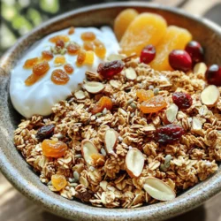 Die Hauptzutaten für mein Vanille-Mandel-Granola sind einfach und gesund. Hier sind sie: - 3 Tassen Haferflocken (gerollt) - 1 Tasse Mandelblättchen - 1 Tasse gemischte Samen (Kürbiskerne, Sonnenblumenkerne) - 1/2 Tasse Honig oder Ahornsirup - 1/4 Tasse Kokosöl, geschmolzen - 2 Teelöffel reiner Vanilleextrakt - 1 Teelöffel Zimt - 1/2 Teelöffel Salz - 1 Tasse Trockenfrüchte (Rosinen, Cranberries oder Aprikosen) (optional) Diese Zutaten bieten eine tolle Mischung aus Geschmack und Nährstoffen. Haferflocken geben dir Energie und Ballaststoffe. Mandeln bringen gesunde Fette und eine leckere Knusprigkeit. Samen sind reich an Vitaminen und Mineralien. Wenn du einige Zutaten nicht hast, gibt es einfache Alternativen. Zum Beispiel: - Nutze andere Nüsse wie Walnüsse oder Haselnüsse. - Statt Honig kannst du Agavendicksaft verwenden, wenn du es vegan magst. - Statt Kokosöl passt auch Olivenöl gut. - Für Glutenfreiheit, achte darauf, glutenfreie Haferflocken zu verwenden. Diese Alternativen helfen dir, die Granola nach deinem Geschmack anzupassen. Du kannst kreativ sein und neue Kombinationen ausprobieren. Jetzt schauen wir uns die Nährstoffe an. - Haferflocken: Sie sind gut für die Verdauung und geben dir Energie. - Mandeln: Sie sind voller gesunder Fette, Eiweiß und Vitamin E. - Samen: Sie enthalten wichtige Mineralien wie Magnesium und Zink. - Honig/Ahornsirup: Diese Süßstoffe sind natürliche Energiequellen. - Kokosöl: Es hat gesunde Fettsäuren, die gut für das Herz sind. - Vanille: Sie bringt nicht nur Geschmack, sondern hat auch antioxidative Eigenschaften. - Zimt: Dieser Gewürz hat entzündungshemmende Wirkungen. Mit diesen Zutaten ist dein Granola nicht nur lecker, sondern auch nahrhaft. Wenn du mehr über das Rezept erfahren möchtest, schau dir das Full Recipe an! Zuerst heize deinen Ofen auf 175°C (350°F) vor. Das ist wichtig, um die Granola gleichmäßig zu backen. Dann lege ein großes Backblech mit Backpapier aus. So bleibt die Granola nicht kleben und du hast weniger zu reinigen. In einer großen Schüssel mische die Haferflocken, Mandelblättchen und gemischte Samen gut. Diese Zutaten bilden die Basis deiner Granola. Nimm eine separate Schüssel und verrühre das geschmolzene Kokosöl, den Honig oder Ahornsirup, den Vanilleextrakt, Zimt und Salz. Rühre, bis alles gut vermischt ist. Gieße dann die feuchte Mischung über die trockenen Zutaten. Mische alles vorsichtig, bis die trockenen Zutaten gleichmäßig benetzt sind. Verteile die Mischung gleichmäßig auf dem Backblech und drücke sie leicht an. Das hilft, dass die Granola schön knusprig wird. Backe die Granola etwa 20-25 Minuten lang. Wende die Mischung zur Hälfte der Backzeit, damit sie gleichmäßig bräunt. Achte darauf, dass sie nicht anbrennt! Nach dem Backen nimm das Blech aus dem Ofen und lasse die Granola vollständig darauf abkühlen. Sie wird beim Abkühlen fester. Füge nach dem Abkühlen die Trockenfrüchte hinzu, falls du sie verwendest. Mische alles gut durch. Bewahre die Granola in einem luftdichten Behälter auf. So bleibt sie bis zu zwei Wochen frisch. Für die genauen Mengen und Zutaten, schau dir das [Full Recipe] an. Ein häufiger Fehler beim Granola-Backen ist, die Mischung zu stark zu rühren. Das kann dazu führen, dass die Haferflocken brechen. Mische die Zutaten sanft. Achte auch darauf, dass du die Granola nicht zu lange backst. Überprüfe sie nach 20 Minuten, um ein Anbrennen zu vermeiden. Wenn du die Trockenfrüchte zu früh hinzufügst, können sie verbrennen. Füge sie erst nach dem Backen hinzu. Um die perfekte Knusprigkeit zu erzielen, achte darauf, die Mischung gleichmäßig auf dem Blech zu verteilen. Drücke sie leicht an, bevor du sie in den Ofen gibst. Wenn du die Granola während des Backens umschwenkst, hilft das, gleichmäßige Bräunung zu erreichen. Ein weiterer Trick ist, die Granola nach dem Backen vollständig abkühlen zu lassen. Beim Abkühlen wird sie knuspriger. Lagere die Granola in einem luftdichten Behälter. So bleibt sie frisch und knusprig. Ein Glasbehälter eignet sich gut dafür. Du kannst die Granola bis zu zwei Wochen aufbewahren. Wenn du längere Haltbarkeit wünschst, kannst du sie auch einfrieren. Teile die Granola in Portionen auf, um die Verwendung zu erleichtern. So hast du immer einen schnellen Snack griffbereit. {{image_4}} Du kannst Vanille-Mandel-Granola nach deinem Geschmack anpassen. Füge zum Beispiel Schokoladenstückchen für eine süßere Note hinzu. Wenn du es fruchtig magst, verwende getrocknete Mangos oder Ananas. Ein bisschen Kokosraspel bringt einen tropischen Flair. Probiere auch verschiedene Nüsse wie Walnüsse oder Pecannüsse. Um die Nährstoffe zu steigern, füge Chiasamen oder Leinsamen hinzu. Diese Samen sind reich an Ballaststoffen und Omega-3-Fettsäuren. Du kannst auch Erdnussbutter oder Mandelbutter einrühren, um gesunde Fette zu bekommen. Diese Zutaten machen die Granola nicht nur gesünder, sondern auch schmackhafter. Für eine glutenfreie Granola verwende glutenfreie Haferflocken. Anstelle von Honig kannst du Agavendicksaft verwenden, um die Granola vegan zu machen. Das sorgt für Süße und bleibt tierfreundlich. Diese Anpassungen machen das Rezept für alle zugänglich, ganz gleich, welche diätetischen Bedürfnisse du hast. Die Granola bleibt frisch für bis zu zwei Wochen. Wenn du sie in einem luftdichten Behälter aufbewahrst, kann sie länger halten. Achte darauf, dass du sie nicht in feuchter Umgebung lagerst. Feuchtigkeit kann die Knusprigkeit ruinieren. Die beste Methode zur Lagerung ist ein luftdichter Behälter. Du kannst einen Glasbehälter oder eine Plastiktüte verwenden. Stelle den Behälter an einen kühlen, dunklen Ort. Vermeide direkte Sonneneinstrahlung und Wärmequellen. Diese Faktoren können die Qualität beeinträchtigen. Luftdichte Behälter sind wichtig, um die Frische zu bewahren. Sie schützen die Granola vor Luft und Feuchtigkeit. Wenn du die Granola in einem luftdichten Behälter aufbewahrst, bleibt sie knusprig und lecker. So kannst du die Vanille-Mandel-Granola immer genießen, wann immer du Lust darauf hast! Ja, du kannst Vanille-Mandel-Granola im Voraus machen. Tatsächlich ist es eine tolle Idee! Du kannst eine große Menge zubereiten und in einem luftdichten Behälter aufbewahren. So hast du immer einen schnellen Snack oder ein Frühstück bereit. Die Granola bleibt frisch für bis zu zwei Wochen. Die besten Zutaten findest du in einem gut sortierten Supermarkt oder einem Bioladen. Suche nach frischen Haferflocken, hochwertigen Mandeln und guten Samen. Achte auf Bio-Optionen, wenn du kannst. Das sorgt für einen besseren Geschmack und mehr Nährstoffe. Online-Shops bieten auch eine breite Auswahl. So kannst du alles bequem nach Hause bestellen. Ja, diese Granola ist gesund und nährstoffreich. Sie enthält Haferflocken, die Ballaststoffe liefern, und Mandeln, die gesunde Fette enthalten. Die Mischung aus Samen gibt dir zusätzliche Nährstoffe. Honig oder Ahornsirup süßen die Granola auf natürliche Weise. Du kannst auch Trockenfrüchte hinzufügen, um mehr Vitamine und Antioxidantien zu erhalten. Diese Granola ist eine großartige Wahl für einen gesunden Snack! Vanille-Mandel-Granola ist einfach und lecker. Wir haben die besten Zutaten besprochen und Alternativen betrachtet. Die Nährstoffe sind wichtig für eine gesunde Ernährung. Ich habe dir eine Schritt-für-Schritt-Anleitung gegeben, um dein Granola perfekt zu machen. Tipps helfen dir, häufige Fehler zu vermeiden oder die richtige Knusprigkeit zu erreichen. Du kannst Variationen ausprobieren und Granola gut aufbewahren. Denk daran, dass diese Granola auch im Voraus zubereitet werden kann. Mit frischen Zutaten und ein wenig Kreativität kannst du eine gesunde Snack-Option schaffen.