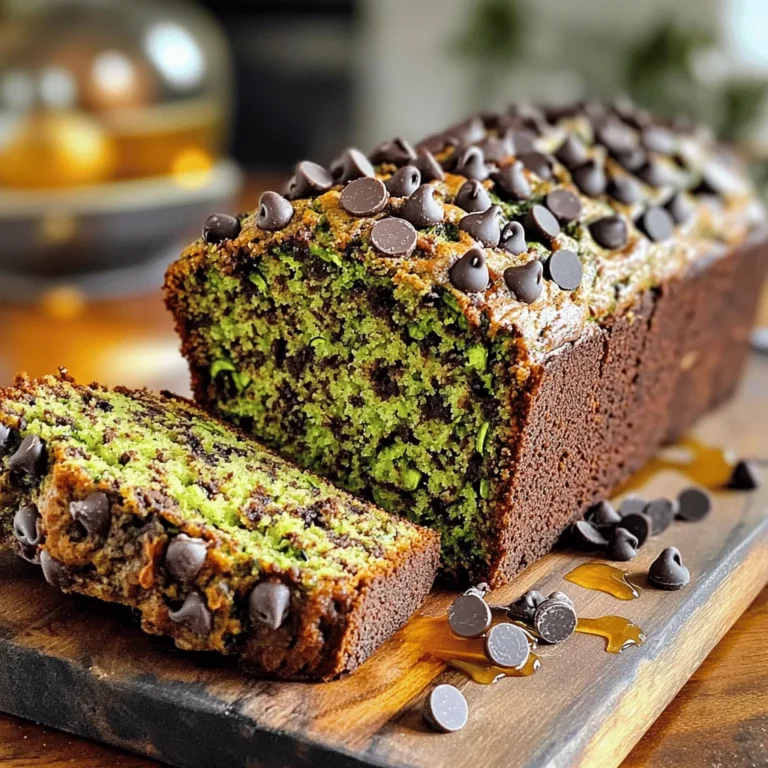 Für ein köstliches Chocolate Chip Zucchini Bread brauchst du folgende Zutaten: - 2 Tassen geriebene Zucchini (ca. 2 mittelgroße Zucchini) - 1 Tasse Weizenmehl - 1 Tasse Vollkornmehl - 1 Teelöffel Backpulver - 1/2 Teelöffel Natron - 1 Teelöffel gemahlenen Zimt - 1/2 Teelöffel Salz - 1/2 Tasse Zucker - 1/2 Tasse brauner Zucker, fest verpackt - 1/2 Tasse Pflanzenöl (oder geschmolzenes Kokosöl) - 3 große Eier - 1 Teelöffel Vanilleextrakt - 1 Tasse halbbitterschokolade Stückchen - 1/2 Tasse gehackte Walnüsse (optional) Die Zucchini sollte frisch sein. Frische Zucchini hat mehr Feuchtigkeit und Geschmack. Wenn du gefrorene Zucchini verwendest, tau sie vorher auf und drücke das Wasser heraus. Dadurch wird dein Brot nicht zu feucht. Achte darauf, die Schokolade von guter Qualität zu wählen. Sie schmilzt besser und sorgt für einen tollen Geschmack. Für glutenfreies Brot kannst du glutenfreies Mehl verwenden. Oft gibt es fertige Mischungen, die gut funktionieren. Für vegane Varianten ersetze die Eier durch Apfelmus oder Leinsamen. Halte die Menge gleich. Auch das Öl kannst du durch Apfelmus ersetzen, um Fett zu sparen. So bleibt dein Brot saftig und lecker. Zuerst heizen Sie den Ofen auf 175 °C vor. Diese Temperatur sorgt für eine gleichmäßige Backung. Sie brauchen eine Kastenform, etwa 9x5 Zoll. Fetten Sie die Form gut ein oder legen Sie sie mit Backpapier aus. Das hilft, das Brot später einfach herauszunehmen. In einer mittleren Schüssel vermischen Sie die geriebene Zucchini mit Zucker und braunem Zucker. Fügen Sie das Pflanzenöl hinzu. Danach kommen die Eier und der Vanilleextrakt dazu. Rühren Sie alles gut um, bis die Mischung glatt ist. Das ist wichtig für die Textur des Brotes. In einer großen Schüssel mischen Sie das Weizenmehl, Vollkornmehl, Backpulver, Natron, Zimt und Salz. Verwenden Sie einen Schneebesen für eine gute Mischung. Fügen Sie dann die feuchten Zutaten langsam hinzu. Rühren Sie vorsichtig, bis alles gerade so vermischt ist. Achten Sie darauf, nicht zu viel zu rühren. Das macht das Brot zäh. Heben Sie zuletzt die Schokoladenstückchen und Walnüsse unter. Dann ist der Teig bereit für die Kastenform. Gießen Sie ihn hinein und glätten Sie die Oberfläche. Das war die Schritt-für-Schritt-Anleitung für Ihr Schokoladenstückchen-Zucchini-Brot. Für das komplette Rezept schauen Sie sich das Full Recipe an. Um das Schokoladenstückchen-Zucchini-Brot perfekt zu backen, achte auf die Backzeit. Backe das Brot für 55 bis 65 Minuten bei 175 °C. Der Zahnstocher-Test ist der beste Weg, um sicherzustellen, dass das Brot durch ist. Stecke einen Zahnstocher in die Mitte des Brotes. Wenn er sauber herauskommt, ist das Brot fertig. Lass das Brot nach dem Backen etwa 10 Minuten in der Form auskühlen. Danach kannst du es auf ein Kuchengitter setzen. So bleibt es schön saftig. Manchmal ist die Zucchini zu feucht. Das kann das Brot matschig machen. Um das zu vermeiden, presse die Zucchini vor der Verwendung aus. Lege die geriebene Zucchini in ein sauberes Küchentuch. Drehe das Tuch und drücke das Wasser heraus. So erhältst du die richtige Konsistenz für den Teig. Verwende auch frische Zucchini, wenn möglich. Alte Zucchini haben oft mehr Wasser und weniger Geschmack. Beim Mischen der Zutaten ist weniger mehr. Rühre die trockenen und feuchten Zutaten nur so lange, bis sie gerade vermischt sind. Übermäßiges Mischen kann das Brot hart machen. Klumpen sind in Ordnung. Füge die Schokoladenstückchen und Walnüsse vorsichtig hinzu. So bleibt das Brot locker und zart. Ein sanftes Falten des Teigs bewahrt die Luftigkeit. Das macht das Brot besonders lecker. {{image_4}} Es gibt viele Wege, dein Chocolate Chip Zucchini Bread zu verfeinern. Du kannst andere Nüsse verwenden, um neue Texturen zu schaffen. Mandeln oder Pecannüsse passen wunderbar. Auch die Schokoladenart ist entscheidend. Probiere weiße Schokolade oder Vollmilchschokolade für einen süßeren Geschmack. Mische verschiedene Sorten, um dein Brot besonders zu machen. Wenn du eine glutenfreie Option brauchst, ersetze das Weizenmehl durch eine glutenfreie Mehlmischung. Achte darauf, dass die Mischung auch Backpulver enthält. Für eine vegane Version kannst du die Eier durch Apfelmus oder Leinsamen ersetzen. Verwende pflanzliches Öl und achte darauf, dass die Schokolade vegan ist. Du kannst noch mehr Zutaten hinzufügen, um dein Brot zu bereichern. Walnüsse geben einen tollen Crunch. Kokosraspeln fügen einen tropischen Geschmack hinzu. Auch getrocknete Früchte wie Cranberries oder Rosinen sind eine gute Wahl. Experimentiere mit den Zutaten, um dein perfektes Rezept zu finden. Das Rezept hat viele Möglichkeiten zur Anpassung, die du ausprobieren kannst. Das Schokoladenstückchen-Zucchini-Brot bleibt bei Raumtemperatur am besten. Bewahren Sie es in einem luftdichten Behälter auf. So bleibt es frisch. Wenn Sie es im Kühlschrank lagern, wird es trocken. Vermeiden Sie dies, wenn möglich. Bei Raumtemperatur bleibt das Brot 3 Tage genießbar. Das Brot hat eine gute Haltbarkeit. Bei richtiger Lagerung hält es 3 Tage bei Raumtemperatur. Im Kühlschrank kann es bis zu einer Woche frisch bleiben. Wenn Sie es länger aufbewahren möchten, sollten Sie es einfrieren. So bleibt der Geschmack und die Feuchtigkeit erhalten. Das Einfrieren ist eine gute Option. Lassen Sie das Brot zuerst vollständig abkühlen. Wickeln Sie es dann fest in Frischhaltefolie. Legen Sie es in einen Gefrierbeutel oder einen luftdichten Behälter. So bleibt es bis zu 3 Monate frisch. Zum Auftauen nehmen Sie das Brot einfach aus dem Gefrierfach. Lassen Sie es bei Raumtemperatur auftauen. Es schmeckt fast wie frisch gebacken! Für eine bessere Textur können Sie es leicht toasten. Das Backen dauert 55 bis 65 Minuten. Es hängt von Ihrem Ofen ab. Der beste Test ist ein Zahnstocher. Stecken Sie ihn in die Mitte des Brotes. Wenn er sauber herauskommt, ist das Brot fertig. Ja, Sie können andere Gemüsearten verwenden. Karotten oder Kürbis sind gute Alternativen. Sie geben dem Brot auch Feuchtigkeit und Geschmack. Denken Sie daran, die Menge ähnlich zu halten. Servieren Sie das Brot warm oder bei Raumtemperatur. Schneiden Sie es in dicke Scheiben. Ein wenig Honig oder Schlagsahne macht es noch besser. Arrangieren Sie die Scheiben auf einem schönen Brett. Streuen Sie einige Schokoladenstückchen darüber für den Look. Ja, Zucchini hat viele Vorteile. Sie ist kalorienarm und voller Wasser. Sie liefert auch Ballaststoffe, die gut für die Verdauung sind. Zucchini enthält Vitamine und Mineralien, die gesund sind. Sie macht das Brot saftig und lecker. Im Blogpost haben wir die Zutaten und ihre besonderen Hinweise detailliert betrachtet. Ich habe erklärt, wie man das Brot Schritt für Schritt zubereitet. Tipps für ein perfektes Backergebnis sind ebenfalls wichtig. Variationen zeigen, wie flexibel das Rezept ist. Schließlich gab ich Hinweise zur Aufbewahrung und beantwortete häufige Fragen. Zusammengefasst ist Schokoladenstückchen-Zucchini-Brot einfach und lecker. Nutze die Tipps, um dein Brot zu perfektionieren und halte dir die Variationen offen. So wird jeder Biss zu einem Genuss!
