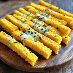Für die Parmesan Herb Polenta Fries brauchst du einige einfache Hauptzutaten. Diese Zutaten bringen den besonderen Geschmack. Hier ist, was du benötigst: - 1 Tasse Polenta (Maismehl) - 4 Tassen Gemüsebrühe - 1/2 Tasse geriebener Parmesan-Käse - 2 Esslöffel frische Petersilie, fein gehackt Die Polenta ist die Basis deiner Fries. Sie wird durch die Brühe schön cremig. Der Parmesan gibt den Fries den tollen Geschmack. Die Petersilie sorgt für Frische und Farbe. Zusätzlich zu den Hauptzutaten gibt es Gewürze, die die Fries noch besser machen. Diese Gewürze verleihen den Polenta Fries das richtige Aroma. Du solltest Folgendes hinzufügen: - 1 Teelöffel getrockneter Oregano - 1 Teelöffel Knoblauchpulver - Salz und Pfeffer nach Geschmack - 2 Esslöffel Olivenöl (zum Bestreichen) Der Oregano bringt einen mediterranen Flair. Das Knoblauchpulver sorgt für einen herzhaften Geschmack. Salz und Pfeffer helfen, alles abzurunden. Wenn du eine vegane Option suchst, gibt es auch Alternativen zum Parmesan. Du kannst diese Zutaten nutzen, um die Fries lecker und vegan zu machen. Hier sind einige Vorschläge: - Hefeflocken für den käsigen Geschmack - Cashewkerne, fein gemahlen - Veganer Parmesan aus dem Handel Hefeflocken geben einen nussigen Geschmack. Gemahlene Cashewkerne machen die Mischung cremig. Diese Alternativen sind einfach zu finden und sehr lecker. Um die perfekte Polenta zuzubereiten, beginne mit der Gemüsebrühe. Bringe sie in einem großen Topf zum Kochen. Das ist der erste Schritt. Füge dann langsam die Polenta hinzu, während du ständig rührst. So vermeidest du Klumpen. Reduziere die Hitze, nachdem die Polenta eingemischt ist. Lasse sie etwa 20 Minuten lang kochen und rühre oft um. Die Polenta sollte dick werden und sich vom Topfrand lösen. Sobald die Polenta fertig ist, nimm den Topf vom Herd. Jetzt kommt der Spaß! Mische den geriebenen Parmesan, die Petersilie, Oregano und Knoblauchpulver unter. Vergiss nicht, auch Salz und Pfeffer hinzuzufügen. Rühre alles gut um, bis die Zutaten gleichmäßig verteilt sind. Gib die Polenta in eine gefettete Auflaufform und streiche die Oberfläche glatt. Lass sie dann 30 Minuten abkühlen, bis sie fest wird. Heize deinen Ofen auf 220 °C vor. Wenn die Polenta fest ist, schneide sie in Pommes oder Sticks. Lege die Stücke auf ein Backblech, das mit Backpapier ausgelegt ist. Bestreiche jede Pommes leicht mit Olivenöl. Das hilft ihnen, schön knusprig zu werden. Backe die Polenta Fries für 25-30 Minuten. Wende sie nach der Hälfte der Zeit, damit sie gleichmäßig bräunen. Achte darauf, dass sie goldbraun und knusprig sind. Wenn sie fertig sind, nimm sie aus dem Ofen und bestreue sie mit extra Parmesan. Um eine gleichmäßige Bräunung zu erreichen, achte darauf, dass die Pommes nicht zu nah beieinander liegen. Jeder Stick braucht Platz. Das sorgt dafür, dass die heiße Luft gut zirkulieren kann. Ein weiterer Tipp ist, die Pommes mit einem Pinsel leicht mit Olivenöl zu bestreichen. Das hilft bei der Bräunung und macht sie knusprig. Wenn du magst, kannst du auch mit den Kräutern experimentieren. Frische Kräuter wie Thymian oder Rosmarin geben einen tollen Geschmack. Für die volle Anleitung schau dir das Rezept [Full Recipe] an. Ein häufiger Fehler ist, die Polenta zu schnell zu kochen. Rühre die Polenta langsam ein, während die Brühe kocht. So verhinderst du Klumpen. Die Hitze zu hoch zu halten, kann auch Probleme schaffen. Halte die Hitze niedrig, nachdem du die Polenta hinzugefügt hast. Achte darauf, regelmäßig zu rühren. Wenn du das nicht tust, kann die Polenta am Topfboden anhaften. Die richtige Konsistenz ist wichtig für knusprige Pommes. Füge beim Kochen mehr Brühe hinzu, wenn die Polenta zu dick wird. Sie sollte cremig, aber nicht flüssig sein. Nach dem Kochen lasse die Polenta in der Form gut abkühlen. Das hilft, die Pommes fester zu machen. Wenn du sie schneidest, achte darauf, gleichmäßige Stücke zu formen. So backen sie gleichmäßig. Serviere die Polenta Fries mit verschiedenen Dips. Ein einfacher Knoblauch-Dip passt gut dazu. Du kannst auch Joghurtdips oder scharfen Senf probieren. Für einen besonderen Touch, garniere die Pommes mit frischen Kräutern oder extra Parmesan. Diese kleinen Details machen den Unterschied. Du kannst die Pommes auch in einer dekorativen Schüssel anrichten. So sehen sie noch einladender aus. Für mehr Ideen, schau dir das [Full Recipe] an. {{image_4}} Polenta Fries sind sehr anpassbar. Du kannst die Gewürze leicht ändern. Zum Beispiel, füge Paprika oder Chili hinzu, um einen rauchigen Geschmack zu erhalten. Für einen frischen Kick, probiere Basilikum oder Thymian. Diese Kräuter bringen neue Aromen in deine Polenta Fries. Auch eine Prise Zitronenschale kann den Geschmack aufhellen. Wenn du es schärfer magst, sind hier einige Ideen. Ersetze das Knoblauchpulver mit Knoblauchpaste. Das gibt mehr Geschmack. Füge auch frische Jalapeños oder eine Prise Cayennepfeffer hinzu. Diese Zutaten geben deinen Pommes einen feurigen Biss. Du kannst sogar scharfen Käse verwenden, um das Ganze zu verstärken. Beläge und Saucen machen deine Polenta Fries noch besser. Probiere sie mit frischen Kräutern oder einem Hauch von Trüffelöl. Eine leckere Knoblauch-Aioli passt hervorragend dazu. Auch Salsa oder eine scharfe Sauce sind tolle Optionen. Du kannst sogar etwas Pesto darüber geben, um den Geschmack zu verfeinern. Diese Ideen werden deine Gäste beeindrucken. Sie werden nach dem Rezept fragen, das du hier findest: [Full Recipe]. Wenn du Polenta Fries übrig hast, lass sie zuerst abkühlen. Lege sie dann in einen luftdichten Behälter. So bleiben sie frisch und lecker. Du kannst sie auch in ein Stück Frischhaltefolie wickeln. So vermeidest du, dass sie austrocknen. Um die Polenta Fries warm zu genießen, gibt es einige gute Methoden. Du kannst sie im Ofen auf 180 °C (350 °F) für etwa 10 Minuten erwärmen. So werden sie wieder knusprig. Eine andere Möglichkeit ist die Pfanne. Erhitze etwas Öl und brate die Fries für einige Minuten. Das gibt ihnen einen tollen Geschmack. Im Kühlschrank halten sich die Polenta Fries etwa 3 bis 5 Tage. Wenn du sie länger aufbewahren möchtest, friere sie ein. Lege die Fries in einen Behälter oder einen Gefrierbeutel. So bleiben sie bis zu 2 Monate frisch. Achte darauf, die Fries gut zu beschriften. So weißt du immer, was du hast. Polenta Fries bleiben im Kühlschrank etwa 3 bis 5 Tage frisch. Du solltest sie in einem luftdichten Behälter aufbewahren. So bleiben sie knusprig und lecker. Wenn du sie länger aufbewahren willst, friere sie ein. Im Gefrierfach halten sie bis zu 3 Monate. Ja, du kannst die Polenta im Voraus zubereiten. Koche die Polenta, lasse sie abkühlen und stelle sie in den Kühlschrank. Wenn du bereit bist, die Fries zu machen, schneide die Polenta in Stäbchen und backe sie wie im Rezept beschrieben. So sparst du Zeit bei der Zubereitung. Es gibt viele leckere Beilagen, die gut zu Polenta Fries passen. Hier sind einige Ideen: - Ein frischer Salat mit Vinaigrette - Knoblauch-Dip oder Aioli - Tomatensalsa für einen fruchtigen Kick - Gegrilltes Gemüse für etwas Gesundes - Eine cremige Sauce, wie Pesto oder Ranch Mit diesen Beilagen wird dein Gericht noch besser! Zusammenfassend haben wir die Zutaten, die Zubereitung und viele Tipps für Parmesan Herb Polenta Fries behandelt. Du hast gelernt, wie man die Polenta zubereitet und perfekt bräunt. Auch Variationen und Lagerungshinweise sind wichtig. Denk daran, die Konsistenz gut zu beachten, um Fehler zu vermeiden. Probiere verschiedene Gewürze aus und finde deine Lieblingskombination. Diese Fries sind lecker und vielseitig. So wird deine nächste Mahlzeit ein Hit. Viel Spaß beim Ausprobieren!