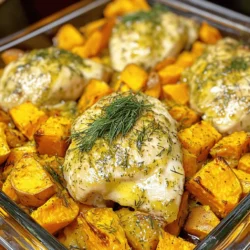 - 4 Hähnchenbrustfilets, ohne Haut und Knochen - 240 ml Dill-Meerrettichsauce - 3 mittelgroße Süßkartoffeln, geschält und gewürfelt - 1 Esslöffel Ranch-Gewürzmischung - 1 Teelöffel Knoblauchpulver - 1 Teelöffel geräuchertes Paprikapulver - 2 Esslöffel Olivenöl - Frischer Dill oder Petersilie - Salz und Pfeffer nach Geschmack Für dieses Gericht sind die Hauptzutaten sehr wichtig. Die Hähnchenbrustfilets sind zart und saftig. Die Dill-Meerrettichsauce gibt dem Hühnchen einen tollen Geschmack. Süßkartoffeln bringen eine süße Note und eine schöne Farbe ins Gericht. Die Gewürze sind der Schlüssel zu einem guten Aroma. Die Ranch-Gewürzmischung passt perfekt zu Hühnchen. Knoblauchpulver bringt einen feinen Geschmack, und geräuchertes Paprikapulver gibt etwas Würze. Garnierungen sind die letzte Note. Frischer Dill oder Petersilie sieht toll aus und bringt frische Aromen. Salz und Pfeffer helfen, den Geschmack zu betonen. Das ist eine einfache und leckere Rezeptur. Du kannst die Zutaten ganz einfach finden. Um das gesamte Rezept zu sehen, schau dir die [Full Recipe] an. Für das Marinieren des Hühnchens mische die Hähnchenbrustfilets mit der Dill-Meerrettichsauce. Decke die Schüssel ab und stelle sie für mindestens eine Stunde in den Kühlschrank. Ich empfehle, das Hühnchen über Nacht zu marinieren. So wird der Geschmack intensiver und das Fleisch zart. Heize deinen Ofen auf 200 °C vor. Diese Temperatur sorgt dafür, dass das Hühnchen gleichmäßig gart und die Süßkartoffeln schön knusprig werden. Warte, bis der Ofen die richtige Temperatur erreicht hat, bevor du mit dem Backen beginnst. Schäle die Süßkartoffeln und schneide sie in Würfel. In einer Schüssel vermenge die gewürfelten Süßkartoffeln mit Olivenöl, Knoblauchpulver, geräuchertem Paprika, Salz und Pfeffer. Stelle sicher, dass die Würfel gut bedeckt sind. Verteilen die Süßkartoffeln gleichmäßig auf einem Backblech und backe sie für 15 Minuten. Nimm das Hühnchen aus der Marinade. Entsorge die Marinade. Reibe die Ranch-Gewürzmischung gleichmäßig über die Hähnchenbrustfilets. So erhält das Hühnchen einen tollen Geschmack, der perfekt zu den Süßkartoffeln passt. Nach 15 Minuten Backzeit für die Süßkartoffeln nimm das Blech aus dem Ofen. Lege die gewürzten Hähnchenbrustfilets auf die Süßkartoffeln. Schiebe das Blech zurück in den Ofen und backe für weitere 25 bis 30 Minuten. Achte darauf, dass das Hühnchen eine Innentemperatur von 75 °C erreicht. Nimm das Gericht nach dem Backen aus dem Ofen. Lass es fünf Minuten ruhen. So bleiben die Säfte im Hühnchen. Du kannst das Gericht mit frischem Dill oder Petersilie garnieren. Das sieht schön aus und schmeckt gut. Wenn du mehr Ideen brauchst, schau dir das [Full Recipe] an! Marinieren ist wichtig. Ich empfehle, das Hühnchen über Nacht zu marinieren. So zieht der Geschmack besser ein. Die Dill-Meerrettichsauce gibt dem Hühnchen einen tollen Geschmack. Wenn du wenig Zeit hast, mindestens eine Stunde ist auch gut. Du kannst die Gewürze ändern, um verschiedene Geschmäcker zu kreieren. Probiere etwas Cayennepfeffer für Schärfe. Für einen frischen Geschmack, füge etwas Zitronensaft hinzu. Auch andere Kräuter können sehr gut passen. Experimentiere mit deinen Lieblingsgewürzen! Wenn du Kalorien sparen willst, gibt es gute Alternativen. Verwende weniger Öl für die Süßkartoffeln. Du kannst auch mageres Hühnchen oder sogar Tofu nutzen. Diese Optionen sind lecker und leicht. Achte darauf, frische Zutaten zu verwenden, um den Geschmack zu bewahren. Für das vollständige Rezept schaue dir die Anleitung an. {{image_4}} Sie können dieses Gericht leicht anpassen. Nutzen Sie Tofu oder Gemüse statt Hühnchen. Tofu nimmt die Marinade gut auf. Schneiden Sie den Tofu in Würfel und marinieren Sie ihn wie das Hühnchen. Für Gemüse eignen sich Zucchini, Paprika oder Brokkoli. Würfeln Sie das Gemüse und tossen Sie es in der Dill-Meerrettichsauce. Das gibt viel Geschmack. Wenn Sie mehr Vielfalt wünschen, probieren Sie Reis oder Quinoa. Beide sind gute Alternativen. Kochen Sie den Reis oder die Quinoa einfach nach Packungsanweisung. Servieren Sie diese Beilagen neben dem Hühnchen und den Süßkartoffeln. Sie fügen mehr Textur und Nährstoffe hinzu. Nutzen Sie saisonales Gemüse für frische Aromen. Im Frühling sind Spargel und Erbsen toll. Im Sommer sind Tomaten und Zucchini lecker. Im Herbst passen Kürbis und Rosenkohl gut dazu. Im Winter sind Wurzelgemüse wie Karotten und Rüben ideal. Diese Zutaten geben jedem Biss mehr Geschmack und Farbe. Um die Reste von deinem Essiggurken-Ranch-Hühnchen mit Süßkartoffel-Auflauf frisch zu halten, lege sie in einen luftdichten Behälter. Stelle sicher, dass der Behälter gut verschlossen ist. Du kannst die Reste bis zu drei Tage im Kühlschrank aufbewahren. Wenn du die Reste aufwärmst, achte darauf, dass das Hühnchen heiß ist. Es sollte eine Temperatur von mindestens 75 °C haben, um sicher zu sein. Wenn du mehr Reste hast, kannst du das Gericht einfrieren. Teile es in Portionsgrößen und lege sie in gefrierfeste Behälter. Achte darauf, die Behälter gut zu verschließen. Das Gericht hält sich bis zu drei Monate im Gefrierfach. Um es wieder aufzuwärmen, lasse es im Kühlschrank auftauen. Dann heize es im Ofen oder in der Mikrowelle auf. So bleibt der Geschmack frisch. Die Haltbarkeit der Reste ist wichtig. Im Kühlschrank sind die Reste bis zu drei Tage gut. Nach dem Einfrieren solltest du sie innerhalb von drei Monaten essen. Nach dieser Zeit kann der Geschmack leiden. Überprüfe vor dem Verzehr immer, ob das Gericht gut aussieht und riecht. So kannst du sicher sein, dass es noch frisch ist. Das Hühnchen sollte mindestens 1 Stunde marinieren. Für einen besseren Geschmack empfehle ich, das Hühnchen über Nacht zu marinieren. Die Marinade aus Dill-Meerrettichsauce zieht gut in das Fleisch ein. So wird es zart und voller Geschmack. Wenn du wenig Zeit hast, reicht auch die kurze Marinierzeit. Ja, du kannst Süßkartoffeln anstelle von normalen Kartoffeln verwenden. Süßkartoffeln bringen eine süße Note ins Gericht. Sie sind auch nahrhaft und voller Vitamine. Der Geschmack passt gut zum würzigen Hühnchen. Wenn du die Textur magst, sind sie eine tolle Wahl. Um die Garzeit anzupassen, achte auf die Größe des Hühnchens. Dickere Stücke brauchen länger. Wenn du kleinere Stücke verwendest, kann die Garzeit kürzer sein. Ein Fleischthermometer hilft dir, sicherzustellen, dass das Hühnchen gut durchgegart ist. Es sollte 75 °C erreichen. So vermeidest du, dass das Fleisch trocken wird. Zu diesem Gericht passen verschiedene Beilagen gut. Ein frischer Salat ergänzt die Aromen. Du kannst auch gedünstetes Gemüse servieren. Reis oder Quinoa sind tolle Optionen für eine sättigende Beilage. Für Getränke passen ein leichter Weißwein oder ein spritziger Limonade. Das macht das Essen noch besser. In diesem Artikel haben wir die besten Zutaten für ein leckeres Hähnchengericht besprochen. Wir haben über das Marinieren, das Backen und die besten Gewürze gesprochen. Außerdem gibt es Tipps für Variationen und wie man Reste aufbewahrt. Denken Sie daran, die Marinierzeit zu nutzen, um den Geschmack zu intensivieren. Dieses Gericht lässt sich leicht anpassen. Experimentieren Sie mit Alternativen und machen Sie es zu Ihrem eigenen!