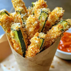 - 2 mittelgroße Zucchini - 1 Tasse Paniermehl (Panko empfohlen) - 1/2 Tasse geriebener Parmesan Ich liebe es, mit frischen Zucchini zu arbeiten. Sie sind knackig und leicht. Für dieses Rezept nehme ich zwei mittelgroße Zucchini. Diese Zucchini schneide ich in gleichmäßige Pommes. Das sorgt dafür, dass sie gleichmäßig backen. Das Paniermehl ist wichtig für den Crunch. Ich empfehle Panko, weil es die Zucchinifries extra knusprig macht. Der Parmesan gibt den Fries einen tollen Geschmack. Ich verwende immer frisch geriebenen Parmesan, um die beste Qualität zu garantieren. - 1 Teelöffel Knoblauchpulver - 1 Teelöffel Zwiebelpulver - 1 Teelöffel italienische Kräuter - 2 große Eier, verquirlt - Salz und Pfeffer nach Geschmack Die Gewürze machen den Unterschied. Ich nutze einen Teelöffel Knoblauchpulver und Zwiebelpulver. Diese Gewürze geben den Zucchinifries einen tollen Geschmack. Ich füge auch einen Teelöffel italienische Kräuter hinzu. Die Mischung aus diesen Gewürzen macht die Fries noch besser. Die Eier dienen als Haftmittel. Ich verquirle zwei große Eier in einer Schüssel. Dann tauche ich die Zucchinisticks in die Eier. So bleibt die Panade besser haften. Natürlich schmecke ich alles mit Salz und Pfeffer ab. - Kochspray oder Olivenöl - Backpapier für das Backblech Für die Zubereitung benutze ich Kochspray oder Olivenöl. Das hilft, die Zucchinifries goldbraun zu backen. Außerdem lege ich ein Backblech mit Backpapier aus. So kleben die Fries nicht fest, und die Reinigung wird einfacher. Diese Zutaten und Materialien sind die Basis für die perfekten Crispy Parmesan Zucchini Fries. Wenn du alles vorbereitet hast, bist du bereit, das Rezept auszuprobieren. Vollständige Anweisungen findest du in der Full Recipe. Heize deinen Ofen auf 220 °C (425 °F) vor. Das sorgt für eine perfekte Knusprigkeit. Lege ein Backblech mit Backpapier aus. So bleiben die Zucchinifries nicht kleben und die Reinigung wird einfach. Mische in einer flachen Schüssel das Paniermehl, den geriebenen Parmesan, das Knoblauchpulver, das Zwiebelpulver, die italienischen Kräuter, sowie Salz und Pfeffer. Achte darauf, dass die Gewürze gleichmäßig verteilt sind. In einer anderen Schüssel verquirlst du die Eier gut. Tauche jeden Zucchinistick in die verquirlten Eier und lasse die überschüssigen Eier abtropfen. Wende den Zucchinistick dann in der Paniermehlmischung. Drücke sanft, damit die Panade gut haftet. Ordne die panierten Zucchinisticks in einer Schicht auf dem Backblech an. Achte darauf, dass sie sich nicht berühren. Besprühe die Oberseiten mit Kochspray oder träufle etwas Olivenöl darüber. Backe die Zucchinifries im vorgeheizten Ofen für 20-25 Minuten. Wende sie zur Hälfte der Backzeit, bis sie goldbraun und knusprig sind. Nach dem Backen nimm sie aus dem Ofen und lasse sie ein paar Minuten abkühlen. Diese Zucchinifries sind einfach lecker und perfekt für jeden Snack. Du findest das vollständige Rezept im Abschnitt über die Zutaten. Um die beste Knusprigkeit zu erreichen, verwenden Sie Panko-Paniermehl. Panko ist grober und sorgt für eine tolle Textur. Es hält die Zucchinifries auch nach dem Backen knusprig. Stellen Sie sicher, dass die Zucchinifries gleichmäßig auf dem Backblech liegen. Wenn sie sich berühren, können sie dampfen und werden weich. Lassen Sie genug Platz zwischen den einzelnen Sticks. So kann die heiße Luft gut zirkulieren. Um den Geschmack zu verbessern, denken Sie an zusätzliche Gewürze. Paprika oder Cayennepfeffer geben einen tollen Kick. Sie können auch frische Kräuter wie Basilikum oder Petersilie hinzufügen. Diese Kräuter bringen frische Aromen in das Gericht. Einfach hacken und unter die Paniermischung mischen. So wird jede Fritze noch schmackhafter. Dips machen die Zucchinifries noch besser. Marinara-Sauce oder Ranch-Dressing sind sehr beliebt. Servieren Sie die Zucchinifries in einer kleinen Papiertüte oder einem Korb. Das sieht toll aus und macht Spaß. Denken Sie auch daran, ein paar frische Kräuter darüber zu streuen. Das sorgt für eine schöne Präsentation. Für die gesamte Zubereitung und weitere Tipps schauen Sie sich das Full Recipe an. {{image_4}} Sie können die Zucchini gegen andere Gemüse austauschen. Auberginen sind eine tolle Wahl. Sie werden ebenfalls knusprig und lecker. Auch Karotten können Sie verwenden. Sie bringen eine süße Note in das Rezept. Wenn Sie Süßkartoffeln mögen, probieren Sie diese als Pommes. Sie haben einen tollen Geschmack und sind gesund. Parmesan ist fantastisch, aber Sie können auch andere Käsesorten verwenden. Feta bringt einen salzigen Geschmack. Mozzarella sorgt für eine cremige Textur. Cheddar gibt einen kräftigen Geschmack dazu. Für mehr Aromen nutzen Sie Gewürzkäse. Das gibt den Zucchinifries eine besondere Note. Würzen Sie Ihre Zucchinifries kreativ. Asiatische Gewürze wie Sojasauce oder Sesam verleihen einen tollen Geschmack. Wenn Sie es scharf mögen, fügen Sie Chili oder Paprika hinzu. Diese Anpassungen machen das Gericht aufregend. Experimentieren Sie mit verschiedenen Kombinationen. So finden Sie Ihre perfekte Mischung. Nach dem Genuss der Crispy Parmesan Zucchini Fries bleiben oft Reste übrig. Lagern Sie diese im Kühlschrank. Nutzen Sie einen luftdichten Behälter. So bleiben sie frisch und lecker. Achten Sie darauf, die Zucchinifries nicht zu stapeln. Dadurch bleibt die Knusprigkeit erhalten. Um die Zucchinifries wieder aufzuwärmen, verwenden Sie den Ofen. Heizen Sie ihn auf 180 °C vor. Legen Sie die Fries auf ein Backblech. Backen Sie sie für etwa 10 Minuten. So werden sie wieder knusprig. Sie können auch die Mikrowelle nutzen. Doch die Knusprigkeit leidet dabei. Wenn Sie die Mikrowelle verwenden, legen Sie die Zucchinifries auf ein Küchentuch. Dies hilft, die Feuchtigkeit zu reduzieren. Es ist möglich, die Zucchinifries im Voraus zuzubereiten. Panieren Sie die Zucchinisticks und legen Sie sie auf ein Backblech. Sie können sie dann einfrieren. Wenn Sie sie später verwenden möchten, backen Sie sie direkt aus dem Gefrierfach. Dies spart Zeit und macht den Snack schnell bereit. Die Zucchinifries sind im Kühlschrank etwa drei Tage haltbar. Lagere sie in einem luftdichten Behälter. So bleiben sie frisch und lecker. Wenn du sie länger aufbewahren möchtest, kannst du sie auch einfrieren. Friere sie in einem gefrierfesten Beutel ein. So halten sie sich bis zu drei Monate. Achte darauf, die Zucchinifries vor dem Einfrieren gut abkühlen zu lassen. Dies hilft, die Textur zu bewahren. Ja, du kannst die Zucchinifries auch frittieren. Dies macht sie noch knuspriger! Erhitze dafür ausreichend Öl in einer tiefen Pfanne. Das Öl sollte etwa 180 °C erreichen. Tauche die Zucchinifries in das heiße Öl. Frittiere sie für 2-3 Minuten, bis sie goldbraun sind. Lass sie danach auf einem Küchentuch abtropfen. So entfernst du das überschüssige Öl. Diese Methode bringt noch mehr Geschmack und Textur. Ja, die Zucchinifries können glutenfrei sein. Verwende einfach glutenfreies Paniermehl. Achte darauf, dass alle anderen Zutaten auch glutenfrei sind. Viele Marken bieten glutenfreies Paniermehl an, das hervorragend funktioniert. Du kannst auch gemahlene Mandeln oder Kokosmehl verwenden. Diese Alternativen geben der Panade einen besonderen Geschmack. Es ist einfach, glutenfrei zu kochen und trotzdem lecker zu essen. Zucchinifries sind lecker und einfach zuzubereiten. Wir haben die Hauptzutaten wie Zucchini, Paniermehl und Gewürze besprochen. Auch die Zubereitungsschritte sind leicht verständlich. Tipps zur Knusprigkeit und Variationen mit anderen Gemüsen machen das Rezept spannend. Das richtige Lagern und Aufwärmen sorgt dafür, dass du deine Zucchinifries lange genießen kannst. Nutze die FAQs für weitere nützliche Informationen. Probiere dieses Rezept aus und genieße die vielen Möglichkeiten!