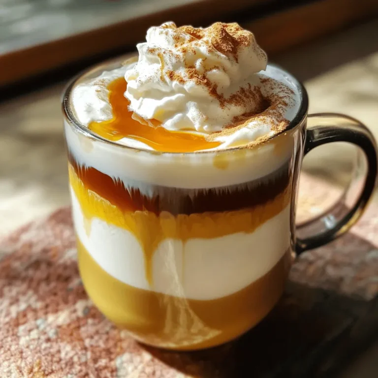 Für einen perfekten gewürzten Ahorn-Latte benötigst du: - 1 Tasse frisch gebrühter Kaffee oder starker Espresso - 1 Tasse Milch (Kuhmilch oder pflanzliche Milch) - 2 Esslöffel reiner Ahornsirup - 1/2 Teelöffel gemahlener Zimt - 1/4 Teelöffel gemahlene Muskatnuss - 1/4 Teelöffel Vanilleextrakt - Eine Prise Meersalz - Schlagsahne (optional, zum Dekorieren) - Zusätzlicher Zimt oder Muskatnuss zum Garnieren (optional) Diese Zutaten bringen die Aromen perfekt zur Geltung. Sie sind einfach zu finden und machen deinen Latte besonders! Wenn du keine bestimmte Zutat hast, gibt es gute Alternativen: - Milch: Du kannst Mandelmilch oder Hafermilch verwenden. - Ahornsirup: Honig oder Agavendicksaft sind gute Optionen. - Gewürze: Probiere gemahlene Nelken oder Kardamom für einen anderen Geschmack. Diese Alternativen helfen dir, den Latte anzupassen, ohne auf den Geschmack zu verzichten. Achte darauf, frische Zutaten zu wählen. Hier sind einige Tipps: - Kaufe reinen Ahornsirup. Er hat mehr Geschmack als künstlicher Sirup. - Wähle hochwertige Milch für eine cremige Textur. - Verwende frisch gemahlene Gewürze. Sie haben mehr Aroma als fertige Gewürzmischungen. Diese Tipps helfen dir, einen köstlichen und aromatischen Latte zu kreieren. Du kannst das volle Aroma genießen. Wenn du mehr über die Zubereitung erfahren möchtest, schaue dir das Full Recipe an! Zuerst brauchen wir eine Tasse Kaffee oder starken Espresso. Ich empfehle, frisch gebrühten Kaffee zu verwenden. Er hat den besten Geschmack. Wenn Sie Espresso mögen, ist das auch toll. Bereiten Sie ihn einfach wie gewohnt zu. Lassen Sie den Kaffee etwas abkühlen. Das macht es einfacher, ihn später mit der Milch zu mischen. Jetzt kommen wir zur Milch. Nehmen Sie einen kleinen Kochtopf und gießen Sie die Milch hinein. Stellen Sie die Hitze auf mittlere Stufe. Rühren Sie die Milch gelegentlich um. So brennt sie nicht an. Wenn die Milch warm ist, fügen Sie den Ahornsirup hinzu. Rühren Sie gut um. Dann kommen der Zimt, die Muskatnuss und das Vanilleextrakt dazu. Eine Prise Meersalz macht es noch besser. Schäumen Sie die Mischung mit einem Schneebesen auf. Sie sollte schön schaumig und gut vermischt sein. Jetzt ist es Zeit, alles zusammenzustellen. Nehmen Sie Ihre große Tasse und gießen Sie den Kaffee oder Espresso hinein. Langsam die gewürzte Milchmischung hinzufügen. Halten Sie den Schaum mit einem Löffel zurück, wenn Sie möchten. Wenn Sie Lust auf etwas Besonderes haben, können Sie Sahne hinzufügen. Streuen Sie etwas zusätzlichen Zimt oder Muskatnuss darüber. Genießen Sie jeden Schluck Ihres Spiced Maple Lattes. Es ist einfach, lecker und macht glücklich! Um den Geschmack Ihres gewürzten Ahorn-Lattes zu verbessern, achten Sie auf die Qualität der Zutaten. Verwenden Sie frischen Kaffee oder Espresso. Der Kaffee sollte stark und aromatisch sein. Ahornsirup gibt dem Latte eine süße Note. Wählen Sie echten, reinen Ahornsirup für den besten Geschmack. Fügen Sie auch eine Prise Meersalz hinzu. Es hebt die Aromen hervor und balanciert die Süße. Wenn Sie keine Kuhmilch verwenden möchten, probieren Sie pflanzliche Milch. Mandeldrink oder Hafermilch sind großartige Alternativen. Sie bringen unterschiedliche Geschmäcker mit. Hafermilch ist besonders cremig und passt gut zu den Gewürzen. Experimentieren Sie mit verschiedenen Sorten, um Ihre perfekte Mischung zu finden. Garnieren Sie Ihren Latte kurz vor dem Servieren. So bleibt die Schlagsahne frisch und schaumig. Streuen Sie etwas Zimt oder Muskatnuss darüber. Das gibt dem Getränk ein schönes Aussehen und zusätzlichen Geschmack. Lassen Sie sich nicht die Chance entgehen, kreativ zu sein. Probieren Sie verschiedene Garnituren aus, um Ihren Latte einzigartig zu machen. Für das vollständige Rezept schauen Sie sich den Full Recipe an! {{image_4}} Ein Spiced Maple Latte ist schon lecker, aber warum nicht kreativ sein? Sie können viele spannende Aromen hinzufügen. Zum Beispiel: - Kardamom: Ein Hauch von Kardamom gibt einen exotischen Geschmack. - Ingwer: Fügen Sie etwas gemahlenen Ingwer für eine scharfe Note hinzu. - Kakaopulver: Eine Prise Kakao bringt eine schokoladige Tiefe. Mischen Sie diese Gewürze nach Ihrem Geschmack. So wird Ihr Latte zu einem einzigartigen Genuss! Wenn es heiß ist, probieren Sie die kalte Version! Bereiten Sie den Latte wie oben beschrieben vor. Lassen Sie die Mischung dann abkühlen und gießen Sie sie über Eis. Das ist erfrischend und perfekt für den Sommer. Garnieren Sie es mit Schlagsahne und Zimt für den zusätzlichen Kick. Möchten Sie eine vegane Variante? Das ist ganz einfach. Ersetzen Sie die Milch durch: - Mandelmilch: Sie hat einen milden Nussgeschmack. - Hafermilch: Diese ist cremig und süß. - Kokosmilch: Sie verleiht einen tropischen Touch. Nutzen Sie immer reinen Ahornsirup, um den vollen Geschmack zu erhalten. So genießen Sie einen köstlichen, veganen Spiced Maple Latte. Finden Sie mehr Details im Full Recipe. Wenn Sie Zutaten für den Gewürzten Ahorn-Latte übrig haben, lagern Sie sie richtig. Bewahren Sie die Milch in einem luftdichten Behälter im Kühlschrank auf. Ahornsirup bleibt am besten in der Originalverpackung oder in einem Glas. Gewürze wie Zimt und Muskatnuss halten sich gut in dunklen, trockenen Schränken. Achten Sie darauf, sie gut zu verschließen. Zubereiteten Latte sollten Sie sofort genießen. Wenn Sie Reste haben, lagern Sie ihn im Kühlschrank. Er bleibt für ein bis zwei Tage frisch. Erwärmen Sie ihn langsam in der Mikrowelle oder auf dem Herd. Schäumen Sie die Milch bei Bedarf erneut auf, um die Textur zu verbessern. Nutzen Sie übrig gebliebene Milch für Smoothies oder Müsli. Ahornsirup passt gut zu Pfannkuchen oder Waffeln. Die Gewürze können Sie auch in Backwaren verwenden. Fügen Sie Zimt oder Muskatnuss in Kekse oder Muffins hinzu. Diese Ideen helfen, Lebensmittelverschwendung zu vermeiden und köstliche Gerichte zu kreieren. Ein Spiced Maple Latte hat etwa 200 bis 300 Kalorien. Die genaue Zahl hängt von der Milchart und der Menge des Ahornsirups ab. Wenn du fettarme Milch oder weniger Sirup verwendest, wird es kalorienärmer. Es ist eine leckere Wahl, die auch eine kleine Belohnung ist. Du kannst die Kalorienzahl leicht anpassen, um deinen Wünschen gerecht zu werden. Ja, du kannst den Ahornsirup ersetzen. Honig, Agavensirup oder ein anderer Süßstoff funktionieren gut. Beachte jedoch, dass der Geschmack sich ändert. Ahornsirup bringt eine einzigartige Süße und Tiefe. Wenn du eine andere Süße wählst, probiere die Menge aus, um die richtige Balance zu finden. Um den besten Spiced Maple Latte zu finden, besuche lokale Cafés oder Kaffeeröstereien. Viele bieten spezielle Getränke an. Du kannst auch Online-Bewertungen lesen. Apps wie Yelp oder Google Maps helfen dir, gute Orte in deiner Nähe zu finden. Manchmal haben kleine Cafés die besten Geheimrezepte. Der Spiced Maple Latte bietet große Vielfalt und einfachen Genuss. Wir haben die besten Zutaten, einfache Zubereitungsschritte, Tipps zur Geschmacksoptimierung und kreative Variationen besprochen. Zudem haben wir Lagerinformationen und häufige Fragen behandelt, damit du bestens informiert bist. Nutze diese Tipps, um deinen eigenen perfekten Latte zu machen. Genieße jeden Schluck und entdecke neue Aromen! Probiere es einfach aus und experimentiere mit deinen Lieblingszutaten. Das wird dein Kaffeeerlebnis bereichern.