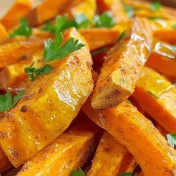 - 2 große Süßkartoffeln - 2 Esslöffel Olivenöl - 1 Teelöffel gemahlener Zimt - 1 Teelöffel geräuchertes Paprikapulver - 1/2 Teelöffel Salz - 1/2 Teelöffel schwarzer Pfeffer - 1 Esslöffel Ahornsirup (optional) - Frische Petersilie (zur Garnierung) Ich liebe es, mit Süßkartoffeln zu kochen. Sie sind nicht nur lecker, sondern auch gesund. Die Zutaten sind einfach und leicht zu finden. Süßkartoffeln sind reich an Vitaminen und Ballaststoffen. Sie bringen eine süße Note in jedes Gericht. Das Olivenöl gibt den Pommes einen tollen Geschmack und hilft, sie knusprig zu machen. Die Gewürze machen das Gericht besonders. Zimt bringt eine warme Süße, während geräuchertes Paprikapulver einen rauchigen Kick gibt. Salz und Pfeffer runden alles ab. Wenn Sie es noch süßer mögen, können Sie Ahornsirup hinzufügen. Er gibt den Pommes eine ganz neue Dimension. Schließlich sorgt frische Petersilie für einen schönen Farbkontrast. Für das komplette Rezept schauen Sie bitte in den Abschnitt "Full Recipe". Zuerst schälen Sie die Süßkartoffeln. Schneiden Sie sie in gleichmäßige Stäbchen. So werden die Pommes gleichmäßig gar. Heizen Sie dann den Ofen auf 220°C (425°F) vor. Ein heißer Ofen sorgt für die perfekte Knusprigkeit. Geben Sie die geschnittenen Süßkartoffeln in eine große Schüssel. Fügen Sie 2 Esslöffel Olivenöl hinzu. Dann kommen die Gewürze dazu: 1 Teelöffel gemahlener Zimt, 1 Teelöffel geräuchertes Paprikapulver, 1/2 Teelöffel Salz und 1/2 Teelöffel schwarzer Pfeffer. Mögen Sie es süßer? Dann träufeln Sie 1 Esslöffel Ahornsirup darüber. Mischen Sie alles gut. Achten Sie darauf, dass die Pommes gleichmäßig überzogen sind. Legen Sie die Pommes auf ein Backblech. Achten Sie auf eine gleichmäßige Schicht. Überfüllen Sie das Blech nicht. Das sorgt für die beste Knusprigkeit. Backen Sie die Pommes 25-30 Minuten. Wenden Sie sie nach der Hälfte der Zeit. So werden sie gleichmäßig goldbraun. Wenn sie fertig sind, nehmen Sie das Blech aus dem Ofen. Lassen Sie die Pommes kurz abkühlen. Servieren Sie die Süßkartoffel-Pommes warm. Garnieren Sie sie mit frischer, gehackter Petersilie. Für das vollständige Rezept, schauen Sie sich die krosse Zimtgewürzte Gebackene Süßkartoffel-Pommes an. Um deine Süßkartoffel-Pommes knusprig zu machen, achte auf die Anordnung. Lege sie in einer einzigen Schicht auf das Backblech. Zu viele Pommes auf einmal führen zu Dampf und weniger Knusprigkeit. Verwende Backpapier, um ein Ankleben zu verhindern und die Reinigung zu erleichtern. Das Backpapier hilft auch dabei, die Hitze gleichmäßig zu verteilen. Sei kreativ mit Gewürzen! Du kannst andere Gewürze wie Kreuzkümmel oder Chili verwenden. Je nach Saison, nutze frische Kräuter wie Rosmarin oder Thymian. Diese geben den Pommes einen neuen Geschmack und machen sie interessanter. Variiere die Gewürze je nach Lust und Laune. Dips machen das Essen noch besser! Probiere einen Avocado-Dip oder einen Joghurt-Dip. Diese passen perfekt zu den Süßkartoffel-Pommes. Du kannst die Pommes auch als Beilage zu Grillgerichten oder Sandwiches servieren. Sie sind vielseitig und schmecken zu vielen Gerichten gut. {{image_4}} Süßkartoffel-Pommes sind sehr vielseitig. Sie können viele verschiedene Aromen hinzufügen. Eine süße Variante ist, Zimt und Zucker zu verwenden. Die Kombination gibt den Pommes einen tollen Geschmack. Einfach 1 Teelöffel Zimt und 1 Esslöffel Zucker hinzufügen. Mischen Sie es gut mit den Pommes, bevor Sie sie backen. Für eine exotische Note können asiatische Gewürze verwendet werden. Versuchen Sie, 1 Teelöffel Fünf-Gewürze-Pulver hinzuzufügen. Diese Mischung bringt einen neuen Geschmack in Ihre Pommes. Experimentieren Sie mit verschiedenen Gewürzen, um Ihre Lieblingskombination zu finden. Wenn Sie gesunde Alternativen suchen, verwenden Sie Kokosöl oder Avocadoöl. Diese Öle sind reich an gesunden Fetten. Sie geben den Pommes auch einen köstlichen Geschmack. Sie können die gleiche Menge Öl wie im Rezept verwenden. Ein weiterer Vorteil von Süßkartoffel-Pommes ist, dass sie glutenfrei und vegan sind. Sie können sie auch ohne tierische Produkte genießen. Das macht sie zu einer großartigen Wahl für alle, die auf ihre Ernährung achten. Kombinieren Sie Süßkartoffel-Pommes mit anderen Gemüsesorten. Fügen Sie Zucchini oder Karotten hinzu, um mehr Farbe und Nährstoffe zu erhalten. Diese Mischung sieht nicht nur gut aus, sondern schmeckt auch lecker. Sie können die Pommes auch mit Proteinquellen kombinieren. Hühnchen oder Tofu passen gut dazu. Servieren Sie die Pommes zusammen mit gegrilltem Hühnchen oder gebratenem Tofu. So entsteht eine vollständige Mahlzeit mit vielen Aromen. Für das volle Rezept schauen Sie sich die vollständige Anleitung an. Wenn Sie noch Pommes übrig haben, lagern Sie sie im Kühlschrank. Legen Sie sie in einen luftdichten Behälter. So bleiben sie frisch. Bedenken Sie, dass die Pommes im Kühlschrank etwa drei Tage haltbar sind. Um den besten Geschmack zurückzubringen, erwärmen Sie die Pommes im Ofen. Heizen Sie den Ofen auf 200°C vor. Legen Sie die Pommes auf ein Backblech und backen Sie sie 10 bis 15 Minuten. So werden sie wieder knusprig und lecker. Wenn Sie die Pommes länger aufbewahren möchten, frieren Sie sie ein. Lassen Sie die Pommes zuerst vollständig abkühlen. Legen Sie sie auf ein Backblech in einer einzigen Schicht. So kleben sie nicht zusammen. Wenn sie gefroren sind, packen Sie sie in einen luftdichten Beutel. So halten sie sich bis zu drei Monate im Gefrierfach. Um die Pommes wieder aufzuwärmen, heizen Sie den Ofen auf 200°C vor. Legen Sie die gefrorenen Pommes direkt auf ein Backblech. Backen Sie sie etwa 15 bis 20 Minuten. Prüfen Sie sie regelmäßig, damit sie nicht verbrennen. So genießen Sie die knusprigen Süßkartoffel-Pommes auch nach dem Einfrieren! Die Zubereitung braucht etwa 10 Minuten. Das Backen dauert 25 bis 30 Minuten. Ingesamt sind Sie in etwa 40 Minuten fertig. Diese Zeit ist ideal, um knusprige Pommes zu erhalten. Sie können die Pommes auch vorbereiten, während der Ofen vorheizt. So geht alles schneller. Ja, Sie können die Pommes auch im Air Fryer machen. Stellen Sie den Air Fryer auf 200°C ein. Legen Sie die Pommes in den Korb, ohne sie zu überfüllen. Backen Sie sie für etwa 15 bis 20 Minuten. Schütteln Sie den Korb nach der Hälfte der Zeit. So werden die Pommes gleichmäßig knusprig. Süßkartoffel-Pommes sind meist gesünder als normale Pommes. Sie enthalten mehr Ballaststoffe und Vitamine. Süßkartoffeln haben auch weniger Kalorien. Sie sind reich an Antioxidantien, die gut für die Gesundheit sind. Durch das Backen statt Frittieren behalten sie ihre Nährstoffe besser. Diese Pommes sind also eine schmackhafte und gesunde Wahl. Sie können auch die Zubereitung mit weniger Öl anpassen. Achten Sie darauf, die Portionen nicht zu groß zu machen. Zusammenfassend haben wir die besten Zutaten für Süßkartoffel-Pommes besprochen. Wir haben eine klare Schritt-für-Schritt-Anleitung gegeben. Dabei waren Tipps für Knusprigkeit wichtig, ebenso wie kreative Variationen. Denken Sie daran, verschiedene Gewürze und Dips zu probieren, um neue Geschmackserlebnisse zu finden. Bleiben Sie neugierig und experimentieren Sie mit den Rezepturen. So genießen Sie nicht nur leckere Pommes, sondern auch gesunde Alternativen. Viel Spaß beim Kochen und Genießen!