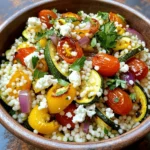 Für einen köstlichen gerösteten Gemüse-Couscous-Bowl brauchst du: - 1 Tasse Couscous - 1 ½ Tassen Gemüsebrühe - 1 mittelgroße Zucchini, gewürfelt - 1 Paprika (beliebige Farbe), grob gehackt - 1 Tasse Kirschtomaten, halbiert - 1 kleine rote Zwiebel, in Ringe geschnitten - 2 Esslöffel Olivenöl - 1 Teelöffel Knoblauchpulver - 1 Teelöffel Paprika - Salz und Pfeffer nach Geschmack - ¼ Tasse Feta-Käse, zerbröselt (optional) - Frische Petersilie, gehackt (zur Garnitur) Diese Zutaten vereinen sich zu einer gesunden und schmackhaften Mahlzeit. Die Wahl der richtigen Gewürze macht einen großen Unterschied. Knoblauchpulver und Paprika bringen viel Geschmack. Das Olivenöl hilft, das Gemüse zu rösten und verleiht einen feinen Geschmack. Wenn du frische Kräuter hinzufügst, wie Basilikum oder Thymian, wird es noch besser. Achte darauf, frisches Gemüse zu wählen. Je frischer das Gemüse, desto besser der Geschmack. Das Schöne an diesem Rezept ist die Flexibilität. Du kannst das Gemüse nach deinem Geschmack anpassen. Probiere Brokkoli, Karotten oder Spinat. Das gibt dem Gericht Farbe und Nährstoffe. Wenn du kein Feta magst, lass ihn weg oder ersetze ihn durch Avocado. Du kannst auch Nüsse oder Samen für mehr Textur hinzufügen. Die Möglichkeiten sind endlos! Du findest das vollständige Rezept im Abschnitt "Full Recipe". Heize deinen Ofen auf 200°C vor. Das ist wichtig, denn heißes Gemüse wird leckerer. Nimm eine große Schüssel und füge die gewürfelte Zucchini, die grob gehackte Paprika, die halbierten Kirschtomaten und die geschnittene rote Zwiebel hinzu. Diese Mischung bringt Farbe und Geschmack in dein Gericht. Gieße 2 Esslöffel Olivenöl über das Gemüse. Füge 1 Teelöffel Knoblauchpulver, 1 Teelöffel Paprika, Salz und Pfeffer dazu. Mische alles gut durch. Verteile das Gemüse gleichmäßig auf einem Backblech. Röste es 20 bis 25 Minuten. Rühre das Gemüse einmal um, damit es gleichmäßig gart. Während das Gemüse röstet, bringe 1 ½ Tassen Gemüsebrühe in einem Topf zum Kochen. Sobald es kocht, rühre 1 Tasse Couscous ein, decke den Topf ab und lass ihn 5 Minuten quellen. Lockere den Couscous mit einer Gabel auf. Vermenge dann in einer großen Schüssel das geröstete Gemüse mit dem Couscous. Wenn du magst, füge zerbröselten Feta-Käse hinzu. Garniere alles mit frischer Petersilie. Für die vollständige Zubereitung, siehe das Full Recipe. Um Gemüse perfekt zu rösten, ist die Vorbereitung wichtig. Schneide das Gemüse gleichmäßig. So gart es gleichmäßig. Ich empfehle, das Gemüse in der gleichen Größe zu schneiden. Achte darauf, dass die Stücke nicht zu klein sind. Kleinere Stücke können leicht anbrennen. Wähle die richtige Temperatur. Ein Ofen bei 200°C ist ideal. Diese Hitze sorgt für eine schöne Karamellisierung. Achte darauf, das Gemüse in einer einzigen Schicht auf dem Blech zu verteilen. Wenn das Gemüse zu dicht liegt, dämpft es sich. Röste das Gemüse 20-25 Minuten. Rühre es nach der Hälfte der Zeit um, damit es gleichmäßig gar wird. Couscous ist einfach zuzubereiten. Koche zuerst die Gemüsebrühe. Sobald sie kocht, nimm den Topf vom Herd. Füge den Couscous hinzu und rühre gut um. Decke den Topf ab und lass ihn 5 Minuten quellen. Dies gibt dem Couscous Zeit, die Brühe aufzusaugen. Lockere den Couscous mit einer Gabel auf, bevor du ihn mit dem Gemüse vermischst. So wird er fluffig. Wenn du das magst, kannst du auch etwas Olivenöl oder Butter hinzufügen. Das gibt einen zusätzlichen Geschmack. Serviere den Couscous-Bowl in Schalen. Das sieht schön aus und macht das Essen noch besser. Garnieren mit frischer Petersilie bringt Farbe und Frische. Wenn du Feta-Käse verwendest, streue ihn kurz vor dem Servieren darüber. Der Käse schmilzt leicht und schmeckt köstlich. Du kannst auch Nüsse oder Samen für einen Crunch hinzufügen. Probiere, mehr Gemüse hinzuzufügen, um den Bowl bunter zu machen. Für den vollen Genuss, schau dir das [Full Recipe] an. {{image_4}} Du kannst diesen gerösteten Gemüse-Couscous-Bowl leicht anpassen. Um ihn vegetarisch zu machen, lasse einfach den Feta-Käse weg. Für eine vegane Option, verwende pflanzliche Brühe und ersetze den Feta durch Avocado oder Nüsse. Diese geben dem Gericht eine cremige Textur. Wenn du mehr Protein möchtest, füge Hülsenfrüchte hinzu. Kichererbsen oder schwarze Bohnen passen gut. Röstest du sie mit dem Gemüse, entwickeln sie einen tollen Geschmack. Du kannst auch Nüsse wie Mandeln oder Walnüsse verwenden. Diese bringen Crunch und gesunde Fette mit. Das Beste an diesem Rezept ist, dass du saisonale Gemüse verwenden kannst. Im Frühling sind Spargel und Erbsen lecker. Im Sommer sind Zucchini und Paprika perfekt. Im Herbst passen Kürbis und Karotten gut. Im Winter sind Wurzelgemüse wie Rüben oder Süßkartoffeln klasse. So bleibt dein Couscous-Bowl immer spannend! Um deinen gerösteten Gemüse-Couscous-Bowl frisch zu halten, benutze einen luftdichten Behälter. Fülle die Schüssel, wenn das Gemüse und der Couscous abgekühlt sind. Diese Methode bewahrt den Geschmack und die Textur. Du kannst auch die Zutaten getrennt aufbewahren. So bleibt alles frisch. Im Kühlschrank hält sich der Couscous-Bowl etwa drei bis vier Tage. Stelle sicher, dass er gut verpackt ist. Wenn du ihn länger aufbewahren möchtest, friere ihn ein. Im Gefrierschrank kann er bis zu drei Monate halten. Achte darauf, ihn in Portionen einzufrieren. So taust du nur das auf, was du brauchst. Hast du Reste vom Couscous-Bowl? Nutze sie kreativ! Du kannst die Mischung in Wraps füllen. Sie eignet sich auch gut als Füllung für gefüllte Paprika. Eine andere Idee ist, die Reste in eine Suppe zu geben. So verwandelst du sie in eine neue Mahlzeit. Die Zubereitung dauert etwa 40 Minuten. Du benötigst 15 Minuten für die Vorbereitung. Dann rösten wir das Gemüse für 20 bis 25 Minuten. Während das Gemüse röstet, kochst du den Couscous in nur 5 Minuten. Es ist schnell und einfach! Ja, du kannst Quinoa benutzen. Quinoa hat einen nussigen Geschmack. Es ist auch reich an Eiweiß. Denke daran, dass die Kochzeit anders sein kann. Quinoa braucht etwa 15 Minuten. Folge den Anweisungen auf der Verpackung für die beste Konsistenz. Viele Beilagen ergänzen den Couscous-Bowl. Du kannst einen grünen Salat servieren. Auch Joghurt oder Hummus sind lecker dazu. Wenn du mehr Protein möchtest, füge gegrilltes Hähnchen oder Kichererbsen hinzu. Experimentiere und finde deine Lieblingskombination! Der geröstete Gemüse-Couscous-Bowl ist einfach zu machen und lecker. Wir haben die Hauptzutaten und Tipps zur Auswahl betrachtet. Auch die Zubereitungsschritte waren klar. Ich habe dir gezeigt, wie du das Gemüse perfekt röstest und Couscous zubereitest. Variationen bieten dir viele Möglichkeiten. Achte auch auf die richtigen Lagerungshinweise, damit dein Gericht frisch bleibt. Probiere es aus und passe die Zutaten an deinen Geschmack an! So schaffst du eine gesunde und köstliche Mahlzeit, die du immer wieder genießen kannst.