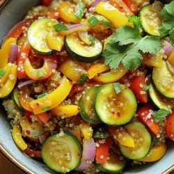 Für dieses bunte Gericht brauchen Sie die folgenden Hauptzutaten: - 2 mittelgroße Zucchinis, in Halbmonde geschnitten - 1 rote Paprika, in Streifen geschnitten - 1 gelbe Paprika, in Streifen geschnitten - 1 kleine rote Zwiebel, in Ringe geschnitten - 3 Knoblauchzehen, fein gehackt - 1 Esslöffel frischer Ingwer, gerieben Diese Zutaten sorgen für den frischen Geschmack. Zucchini und Paprika bringen nicht nur Farbe, sondern auch viele Nährstoffe. Die Zwiebel, der Knoblauch und der Ingwer fügen einen tollen Geschmack hinzu. Um das Rezept anzupassen, können Sie folgende optionale Zutaten hinzufügen: - 2 Esslöffel Sojasauce (mit niedrigem Natriumgehalt) - 1 Esslöffel Sesamöl - 1 Esslöffel Olivenöl - 1 Teelöffel Honig oder Ahornsirup - 1 Teelöffel Chiliflocken (optional) - Salz und Pfeffer nach Geschmack - Frischer Koriander oder Petersilie zum Garnieren Diese Zutaten helfen, das Gericht nach Ihrem Geschmack zu verändern. Sojasauce und Sesamöl geben einen umami Geschmack. Chiliflocken bringen eine scharfe Note. Das Zucchini und Pepper Stir Fry ist reich an Vitaminen und Mineralstoffen. Hier sind einige Nährstoffe, die Sie erwarten können: - Vitamin C aus Paprika und Zwiebel - Ballaststoffe aus Zucchini - Antioxidantien aus Ingwer und Knoblauch Dieses Gericht ist nicht nur lecker, sondern auch gesund. Es ist ideal für eine ausgewogene Ernährung. Wenn Sie mehr erfahren möchten, schauen Sie sich das [Full Recipe] an! Zuerst wasch die Zucchinis und schneide sie in Halbmonde. Du kannst die Schale dranlassen, sie gibt Farbe. Nimm die Paprika und schneide sie in Streifen. Die rote Zwiebel schneidest du in Ringe. Hacke den Knoblauch fein und reibe den Ingwer. Diese frischen Zutaten machen das Gericht lecker. Erhitze das Olivenöl in einer großen Pfanne oder einem Wok. Warte, bis das Öl heiß ist. Dann gib die Zucchini hinein und brate sie etwa drei Minuten. Sie sollten weich, aber nicht matschig sein. Füge die Paprika und die Zwiebel hinzu. Rühre alles für vier bis fünf Minuten um. Das Gemüse soll zart, aber knackig bleiben. Jetzt kommt der Knoblauch und der Ingwer dazu. Brate alles für ein bis zwei Minuten. Du wirst den Duft lieben! Mische in einer kleinen Schüssel die Sojasauce, das Sesamöl, den Honig und die Chiliflocken. Gieß die Mischung über das Gemüse in der Pfanne. Rühre gut um, damit alles gut bedeckt ist. Lass es eine weitere Minute garen. Würze nach Geschmack mit Salz und Pfeffer. Achte darauf, dass du das Gemüse nicht zu lange brätst. Es soll frisch und knackig bleiben. Wenn das Gemüse die richtige Konsistenz hat, ist es bereit zum Servieren. Probiere das Gericht und passe die Gewürze nach deinem Geschmack an. Wenn du mehr Geschmack möchtest, kannst du auch mehr Sojasauce hinzufügen. Ein häufiger Fehler beim Wok-Garen ist, das Gemüse zu überladen. Der Wok braucht Platz, um das Gemüse gleichmäßig zu garen. Überfüllung führt zu Dämpfung, nicht zu Braten. Achte darauf, die Zutaten in kleinen Mengen zu braten. Ein weiterer Fehler ist, die Temperatur zu niedrig einzustellen. Ein heißer Wok erzeugt die besten Aromen. Erhitze das Öl gut, bevor du das Gemüse hinzufügst. So erhältst du eine schöne Röstung. Für das perfekte Zucchini und Pepper Stir Fry brauchst du einige wichtige Werkzeuge: - Wok oder große Pfanne - Holzlöffel oder Spatel - Schneidebrett - Scharfes Messer - Messbecher und Löffel Diese Werkzeuge helfen dir, das Gemüse gut zu schneiden und gleichmäßig zu garen. Ein Wok ist besonders wichtig, da er eine hohe Hitze speichert. Du kannst die Würze leicht anpassen. Wenn du es schärfer magst, füge mehr Chiliflocken hinzu. Für eine süßere Note kannst du mehr Honig verwenden. Ein Spritzer Limettensaft bringt Frische. So kannst du das Gericht individuell anpassen. Experimentiere mit verschiedenen Sojasaucen, um den Geschmack zu variieren. Das [Full Recipe] ist ein guter Ausgangspunkt, um deine eigenen Ideen einzubringen! {{image_4}} Du kannst das Zucchini und Pepper Stir Fry mit verschiedenen Proteinquellen aufpeppen. Tofu ist eine gute Wahl für Vegetarier. Er nimmt die Aromen der Sauce gut auf. Schneide den Tofu in Würfel und brate ihn leicht an. Das gibt ihm eine schöne Textur. Wenn du Fleisch magst, füge Hühnerbrust oder Rindfleisch hinzu. Schneide das Fleisch in dünne Streifen. Brate es zuerst in der Pfanne, bevor du das Gemüse hinzufügst. Achte darauf, das Fleisch gut durchzukochen. So bleibt es saftig und zart. Eine tolle Möglichkeit, dein Stir Fry noch nahrhafter zu machen, ist das Hinzufügen von Nüssen oder Samen. Mandeln, Cashews oder Sonnenblumenkerne bringen Crunch und gesunde Fette. Röste die Nüsse kurz in der Pfanne, bevor du sie zum Gericht gibst. So entfalten sie ihr volles Aroma. Du kannst auch Chiasamen oder Leinsamen hinzufügen. Diese sind reich an Ballaststoffen und Omega-3-Fettsäuren. Sie passen gut zu den Aromen des Gerichts und machen es gesünder. Das Schöne an einem Stir Fry ist die Vielfalt an Gemüse. Du kannst je nach Saison verschiedene Sorten verwenden. Im Frühling sind Spargel und Erbsen frisch und lecker. Im Sommer kannst du Zucchini und Paprika verwenden, wie im Rezept. Im Herbst sind Kürbis und Brokkoli eine gute Wahl. Experimentiere mit Gemüse, das dir schmeckt. Jeder neue Geschmack macht dein Gericht anders. So bleibt das Zucchini und Pepper Stir Fry spannend und lecker. Probier auch die Full Recipe für eine einfache Zubereitung! Bewahre das Zucchini und Pepper Stir Fry in einem luftdichten Behälter auf. So bleibt das Gemüse frisch. Du kannst es bis zu drei Tage im Kühlschrank lagern. Stelle sicher, dass es abgekühlt ist, bevor du es in den Kühlschrank stellst. Das hilft, die Textur und den Geschmack zu erhalten. Wenn du mehr für später machen möchtest, kannst du das Stir Fry einfrieren. Teile das Gemüse in Portionen auf und lege es in Gefrierbeutel. Drücke die Luft heraus und verschließe sie gut. So bleibt das Gericht bis zu drei Monate frisch. Wenn du es verwenden möchtest, lasse es im Kühlschrank auftauen. Um das Stir Fry wieder aufzuwärmen, benutze eine Pfanne oder die Mikrowelle. In der Pfanne erhitze es bei mittlerer Hitze. Rühre es gut um, damit es gleichmäßig warm wird. In der Mikrowelle erwärmst du es in kurzen Intervallen. Prüfe oft, damit es nicht zu heiß wird. Achte darauf, das Gericht nicht zu lange zu erhitzen, um die Frische zu bewahren. Um das Rezept glutenfrei zu machen, ersetzen Sie die Sojasauce durch Tamari. Tamari ist eine glutenfreie Sojasaucenvariante. Achten Sie darauf, dass alle anderen Zutaten auch glutenfrei sind. Dies ist wichtig, um eine glutenfreie Mahlzeit zu garantieren. Ja, Sie können viele andere Gemüsesorten verwenden. Brokkoli, Karotten oder Zuckerschoten passen gut dazu. Seien Sie kreativ! Denken Sie daran, die Garzeit je nach Gemüse anzupassen. Härtere Sorten brauchen länger, während zartere schneller garen. Um mehr Geschmack zu erhalten, fügen Sie mehr Gewürze hinzu. Ein wenig mehr Knoblauch oder Ingwer macht viel aus. Auch das Hinzufügen von frischen Kräutern wie Basilikum oder Koriander nach dem Kochen kann den Geschmack verbessern. Experimentieren Sie mit verschiedenen Zutaten, um Ihre perfekte Mischung zu finden. Zusammenfassend haben wir die besten Zutaten für dein Zucchini und Pepper Stir Fry besprochen. Du hast gelernt, wie du die Zutaten vorbereitest, sie kochst und häufige Fehler vermeidest. Zudem kannst du das Gericht nach deinem Geschmack variieren. Ich hoffe, die Tipps zur Lagerung und die FAQs helfen dir weiter. Stir Fry ist einfach zuzubereiten und kann köstlich sein. Probier es aus und mach es dir zu Hause lecker!