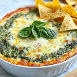 Für den perfekten Käseüberbackenen Spinat-Dip braucht man frische und leckere Zutaten. Hier sind die Hauptzutaten: - 2 Tassen frischer Spinat, grob gehackt - 1 Tasse Frischkäse, weich - 1 Tasse saure Sahne - 1 Tasse geriebener Mozzarella-Käse - 1/2 Tasse geriebener Parmesan - 1/2 Tasse gewürfelte Artischockenherzen - 2 Knoblauchzehen, fein gehackt - 1 Teelöffel Zwiebelpulver - 1/2 Teelöffel rote Pfefferflocken (optional) - Salz und Pfeffer nach Geschmack - Tortilla-Chips oder geschnittenes Baguette, zum Servieren Zusätzlich zu den Hauptzutaten kann man noch einige nahrhafte Ergänzungen hinzufügen. Zum Beispiel: - Paprika: Sie bringt Farbe und einen süßen Geschmack. - Frische Kräuter: Basilikum oder Petersilie geben Frische. - Bohnen: Sie sind eine tolle Proteinquelle und machen den Dip satter. - Tomaten: Für etwas Frische und einen Hauch von Säure. Diese Zutaten machen den Dip nicht nur lecker, sondern auch gesünder. Die Wahl frischer Zutaten ist wichtig für den besten Geschmack. Hier sind einige Tipps: - Spinat: Achten Sie auf leuchtend grüne Blätter ohne braune Stellen. - Käse: Kaufen Sie frischen, qualitativ hochwertigen Käse. Er hat mehr Geschmack. - Knoblauch: Wählen Sie feste Knoblauchzehen ohne Schimmel. - Artischockenherzen: Frische Artischocken sind am besten, aber auch gut abgetropfte Dosen sind in Ordnung. Frische Zutaten machen Ihren Käseüberbackenen Spinat-Dip unwiderstehlich! Heize deinen Backofen auf 190°C (375°F) vor. Diese Temperatur bringt den Dip perfekt zum Schmelzen. Ein vorgeheizter Ofen sorgt dafür, dass der Käse schön goldbraun wird. Nimm eine mittelgroße Schüssel. Gib den weichen Frischkäse und die saure Sahne hinein. Rühre die Mischung glatt und cremig. Es ist wichtig, dass keine Klumpen mehr vorhanden sind. Jetzt füge die Gewürze wie Zwiebelpulver, Salz und Pfeffer hinzu. Diese geben dem Dip den ersten Geschmack. Jetzt kommt der Spaß! Füge den grob gehackten Spinat und die gewürfelten Artischockenherzen hinzu. Rühre gut um, damit alles gleichmäßig verteilt ist. Der Spinat bringt Farbe und Nährstoffe. Der Dip wird jetzt noch würziger. Zum Schluss gib den geriebenen Mozzarella und Parmesan dazu. Rühre alles kräftig, bis es eine homogene Masse gibt. Übertrage die Mischung in eine Auflaufform und streiche sie glatt. Jetzt ist der Dip bereit für den Ofen! Um die perfekte Konsistenz für den Käseüberbackenen Spinat-Dip zu erreichen, mischen Sie den Frischkäse und die saure Sahne gut. Sie sollten eine glatte und cremige Basis haben. Fügen Sie dann alle anderen Zutaten hinzu. Achten Sie darauf, den Spinat gut zu hacken. Grobe Stücke können die Mischung klumpig machen. Wenn der Dip zu dick ist, können Sie etwas mehr saure Sahne hinzufügen. So bleibt er schön cremig. Ein häufiger Fehler ist, den Dip zu lange im Ofen zu lassen. Dies macht ihn trocken. Überwachen Sie die Backzeit genau. Nach 25 Minuten sollten Sie nachsehen. Eine goldbraune Oberfläche ist das Ziel. Ein weiterer Fehler ist das Vernachlässigen von Gewürzen. Salz und Pfeffer sind wichtig, um den Geschmack zu heben. Vergessen Sie nicht, die Zutaten gut zu vermischen. Das sorgt für einen gleichmäßigen Geschmack. Um dem Dip mehr Geschmack zu verleihen, können Sie verschiedene Käsesorten verwenden. Feta oder Gouda passen gut. Ein Spritzer Zitronensaft kann die Aromen aufhellen. Auch frische Kräuter wie Petersilie oder Schnittlauch bringen Frische. Für einen scharfen Kick fügen Sie rote Pfefferflocken hinzu. So wird Ihr Dip aufregender und schmeckt noch besser. {{image_4}} Wenn Sie eine pflanzliche oder lactosefreie Option wünschen, gibt es tolle Alternativen. Verwenden Sie veganen Frischkäse und pflanzliche saure Sahne. Für den Käse können Sie eine Mischung aus Cashewkäse oder Hefeflocken verwenden. Diese Optionen bieten einen ähnlichen Geschmack und eine cremige Textur. Fügen Sie Ihrem Dip eine Prise Cayennepfeffer oder geräuchertes Paprikapulver hinzu. Diese Gewürze bringen mehr Tiefe und einen tollen Kick. Auch frische Kräuter wie Petersilie oder Basilikum passen gut hinein. Experimentieren Sie mit den Gewürzen, um Ihren perfekten Geschmack zu finden. Für einen einzigartigen Geschmack können Sie verschiedene Käsesorten probieren. Verwenden Sie zum Beispiel Cheddar oder Gouda anstelle von Mozzarella. Feta bringt einen salzigen, würzigen Touch. Mischen Sie verschiedene Käsesorten für eine interessante Geschmackskombination. Um Reste des Käseüberbackenen Spinats-Dips richtig aufzubewahren, verwenden Sie einen luftdicht verschlossenen Behälter. Lassen Sie den Dip zuerst etwas abkühlen. Füllen Sie dann den Dip in den Behälter. So bleibt er frisch und lecker. Wenn Sie den Dip später genießen möchten, heizen Sie den Ofen auf 180°C vor. Geben Sie den Dip in eine Auflaufform. Bedecken Sie ihn mit Alufolie, um ein Austrocknen zu verhindern. Backen Sie ihn für etwa 15 bis 20 Minuten. Überprüfen Sie, ob er heiß und sprudelnd ist, bevor Sie ihn servieren. Im Kühlschrank hält der Dip etwa drei bis fünf Tage. Achten Sie darauf, ihn gut abzudecken. Wenn Sie ihn länger aufbewahren möchten, können Sie ihn einfrieren. Der Dip hält sich im Gefrierschrank bis zu drei Monate. Zum Auftauen legen Sie ihn einfach über Nacht in den Kühlschrank. Du kannst den Dip bis zu zwei Tage im Voraus zubereiten. Bereite ihn einfach bis zur Backstufe vor. Verpacke ihn dann gut in einem luftdichten Behälter. Wenn du bereit bist, ihn zu servieren, heize den Ofen vor und backe ihn. So bleibt der Geschmack frisch und lecker. Ja, du kannst gefrorenen Spinat verwenden. Achte darauf, ihn vorher gut zu entwässern. Gefrorener Spinat hat oft mehr Wasser. Das kann die Konsistenz des Dips verändern. Nach dem Auftauen gut ausdrücken, damit nicht zu viel Flüssigkeit bleibt. Dieser dip schmeckt hervorragend mit Tortilla-Chips oder geschnittenem Baguette. Du kannst auch frische Gemüsesticks wie Karotten oder Sellerie anbieten. Diese Kombination bringt eine knusprige Note. Du kannst den Dip auch mit extra Parmesan oder frischen Spinatblättern garnieren. Der Käseüberbackene Spinat-Dip ist einfach und lecker. Wir haben die besten Zutaten und Tipps besprochen. Eine gute Vorbereitung macht den Unterschied. Variationen sorgen für neuen Geschmack und Spaß. Achte auf die Lagerung, damit du ihn länger genießen kannst. Mit diesen Anleitungen und Tricks stellst du sicher, dass dein Dip immer perfekt gelingt. Probier es aus und beeindrucke deine Gäste!