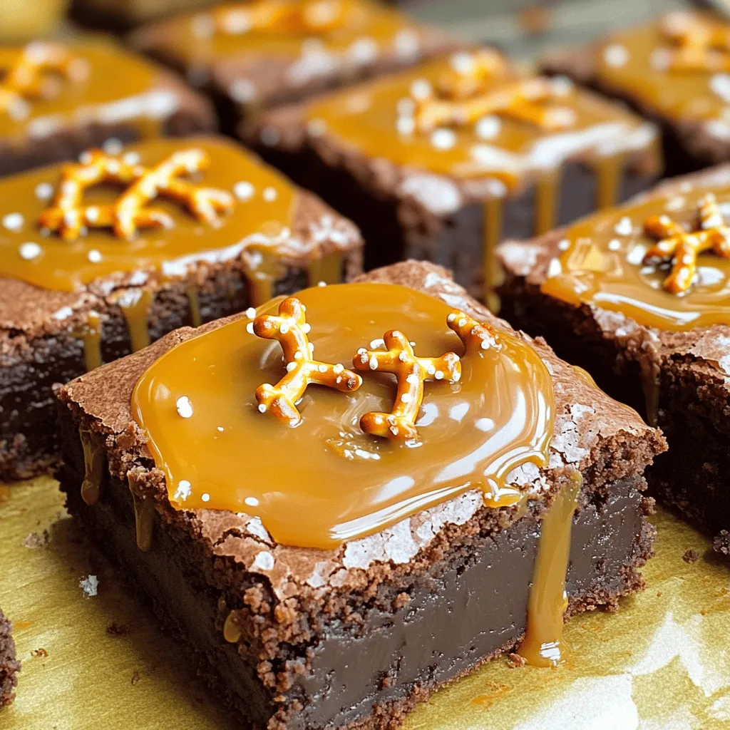 Für die Karamell-Pretzel-Brownies benötigst du folgende Hauptzutaten: - 1 Tasse ungesalzene Butter, geschmolzen - 1 Tasse Kristallzucker - 1 Tasse brauner Zucker, leicht gepackt - 4 große Eier - 1 Teelöffel Vanilleextrakt - 1 Tasse Weizenmehl - 1/2 Tasse ungesüßtes Kakaopulver - 1/2 Teelöffel Salz - 1 Tasse Schokoladenstückchen - 1 Tasse Pretzels, grob gehackt - 1/2 Tasse Karamellsauce Diese Zutaten bringen die süße und salzige Kombination, die jeder liebt. Die Schokolade und die Karamellsauce machen die Brownies besonders lecker. Du kannst deine Brownies mit verschiedenen Zutaten anpassen. Hier sind einige Ideen: - Nüsse wie Walnüsse oder Pekannüsse - Weiße Schokoladenstückchen für einen anderen Geschmack - Kokosflocken für eine tropische Note - Frische Früchte wie Himbeeren oder Bananen Mit diesen Zutaten kannst du deine Brownies nach deinem Geschmack gestalten. Für die besten Karamell-Pretzel-Brownies empfehle ich, hochwertige Produkte zu verwenden: - Wähle eine gute Butter, um den Geschmack zu verbessern. - Verwende frische Eier für die beste Textur. - Achte auf hochwertige Schokoladenstückchen, um einen reichen Geschmack zu erzielen. - Kaufe die Pretzels in guter Qualität, um knusprige Stücke zu erhalten. Gute Zutaten machen einen großen Unterschied in deinem Backwerk. Sie sorgen für den besten Genuss in jedem Bissen. Heize deinen Ofen auf 175 °C vor. Fette eine 9x13 Zoll große Backform ein oder lege sie mit Backpapier aus. So bleibt der Teig nicht kleben und du kannst die Brownies leicht herausnehmen. In einer großen Schüssel vermische die geschmolzene Butter mit dem Kristallzucker und dem braunen Zucker. Rühre gut, bis die Mischung glatt ist. Gebe die Eier einzeln hinzu und rühre jedes Mal gut um. Füge dann den Vanilleextrakt hinzu. Siebe das Weizenmehl, das Kakaopulver und das Salz in die Schüssel. Mische alles vorsichtig mit einem Spatel, bis die Zutaten gerade so verbunden sind. Rühre nicht zu viel, da die Brownies sonst hart werden. Hebe die Schokoladenstückchen und die gehackten Pretzels unter. Bewahre eine Handvoll Pretzels für die Dekoration auf. Gebe die Hälfte des Brownieteigs in die vorbereitete Form und glätte ihn. Träufle die Hälfte der Karamellsauce über den Teig. Füge den restlichen Brownieteig hinzu und verteile ihn vorsichtig. Träufle die restliche Karamellsauce darüber. Bestreue die Oberfläche mit den reservierten Pretzels. Verwende ein Messer oder einen Zahnstocher, um die Karamellsauce leicht in den Teig zu wirbeln. So entsteht ein schöner Marmoreffekt. Backe die Brownies für 25-30 Minuten. Ein Zahnstocher sollte mit ein paar feuchten Krümeln herauskommen. Lass die Brownies mindestens 15 Minuten in der Form abkühlen, bevor du sie in Quadrate schneidest. Ein häufiger Fehler ist, die Zutaten zu stark zu mischen. Mischen Sie nur, bis alles gut kombiniert ist. Zu viel Rühren macht die Brownies hart. Achten Sie darauf, frische Zutaten zu verwenden, besonders die Eier und die Butter. Alte Zutaten können den Geschmack und die Textur ruinieren. Wenn Sie die Karamellsauce hinzufügen, lassen Sie sie nicht zu heiß werden, sonst kann sie verbrennen. Die Backzeit kann variieren. Meistens backen die Brownies 25 bis 30 Minuten. Überprüfen Sie sie mit einem Zahnstocher. Wenn er mit ein paar feuchten Krümeln herauskommt, sind sie fertig. Wenn der Zahnstocher sauber ist, sind sie vielleicht zu lange im Ofen. Lassen Sie die Brownies nach dem Backen 15 Minuten abkühlen. So setzen sich die Aromen besser. Servieren Sie die Brownies warm für den besten Genuss. Garnieren Sie sie mit einem Spritzer Karamellsauce und einer Prise Meersalz. Das gibt einen tollen Kontrast. Verwenden Sie einen scharfen Messer, um schöne, gleichmäßige Stücke zu schneiden. Sie können sie mit frischen Beeren oder Eiscreme anrichten. So werden die Brownies zu einem echten Highlight! {{image_4}} Wenn Sie glutenfrei essen möchten, können Sie das Weizenmehl ersetzen. Verwenden Sie einfach eine glutenfreie Mischung. Diese Mischungen sind oft gut zum Backen geeignet. Achten Sie darauf, eine Mischung zu wählen, die Xanthan oder ein ähnliches Bindemittel enthält. So bleiben Ihre Brownies schön saftig. Fügen Sie Nüsse wie Walnüsse oder Pecannüsse hinzu. Diese geben den Brownies einen tollen Crunch. Sie können auch weiße Schokoladenstückchen benutzen. Diese sorgen für einen süßen Kontrast zur Karamellsauce. Probieren Sie auch verschiedene Pretzel-Sorten aus. Schokoladenüberzogene Pretzels sind eine süße Ergänzung. Für einen intensiveren Schokoladengeschmack, erhöhen Sie die Menge an Kakaopulver. Wenn Sie es fruchtig mögen, fügen Sie ein paar Himbeeren oder Kirschen hinzu. Diese Früchte passen gut zur Karamelsüße. Mögen Sie es salziger? Streuen Sie etwas mehr Meersalz auf die Brownies. Das hebt die Aromen hervor und macht die Brownies noch köstlicher. Um die Karamell-Pretzel-Brownies frisch zu halten, bewahre sie in einem luftdichten Behälter auf. Lege ein Blatt Backpapier zwischen die Schichten. So bleiben sie weich und lecker. Stelle den Behälter an einen kühlen, trockenen Ort. Vermeide direkte Sonneneinstrahlung, da sie die Brownies austrocknen kann. Im Kühlschrank halten die Brownies bis zu einer Woche. Achte darauf, sie gut verpackt zu lagern. Im Gefrierschrank bleiben sie bis zu drei Monate frisch. Schneide die Brownies in Stücke, bevor du sie einfrierst. So kannst du sie einfach entnehmen. Lege sie in gefriergeeignete Beutel und drücke die Luft heraus. Um die Brownies wiederzuwärmen, lege sie für etwa 10–15 Sekunden in die Mikrowelle. Sie schmecken warm am besten. Serviere sie mit einer extra Karamellsauce oder einer Prise Meersalz. Du kannst auch eine Kugel Vanilleeis dazugeben. Das macht das Erlebnis noch besser! Um die besten Karamell-Pretzel-Brownies zu machen, folge genau dem Rezept. Die Mischung von Butter, Kristallzucker und braunem Zucker ist wichtig. Rühre die Eier einzeln ein, um eine glatte Textur zu erhalten. Achte darauf, das Mehl und Kakaopulver nicht zu lange zu mischen. Das sorgt für die perfekte Konsistenz. Hebe die Schokoladenstückchen und gehackten Pretzels vorsichtig unter. Die Karamellsauce verleiht den Brownies einen tollen Geschmack. Vergiss nicht, die Brownies zu marmorieren, indem du die Karamellsauce leicht in den Teig wirbelst. Ja, du kannst die Brownies für einen späteren Zeitpunkt zubereiten. Backe sie einfach und lasse sie abkühlen. Schneide sie dann in Stücke und lagere sie in einem luftdichten Behälter. Im Kühlschrank bleiben sie bis zu einer Woche frisch. Du kannst sie auch einfrieren, wenn du sie länger aufbewahren möchtest. Stelle sicher, dass du sie gut einwickelst. Zum Servieren kannst du sie einfach aufwärmen. Die besten Toppings für Karamell-Pretzel-Brownies sind vielfältig. Du kannst mehr Schokoladenstückchen oder gehackte Nüsse hinzufügen. Ein Spritzer Karamellsauce obendrauf ist immer lecker. Eine Prise Meersalz hebt die Süße hervor und sorgt für einen tollen Geschmack. Frische Früchte wie Erdbeeren oder Himbeeren passen auch gut dazu. Experimentiere mit verschiedenen Kombinationen, um deinen Favoriten zu finden. Karamell-Pretzel-Brownies sind einfach und lecker. Wir haben Hauptzutaten, Variationen und Tipps zur Zubereitung besprochen. Es ist wichtig, hochwertige Produkte zu wählen und häufige Fehler zu vermeiden. Lagerungshinweise helfen, die Brownies frisch zu halten. Denke daran, dass du kreativ sein kannst. Probiere verschiedene Toppings und Anpassungen. So machst du die Brownies ganz nach deinem Geschmack. Viel Spaß beim Backen!