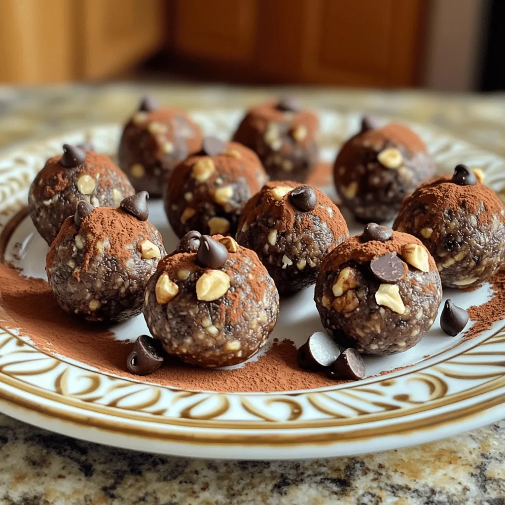 Für die Schokoladen-Espresso-Energie-Bällchen brauchst du: - 1 Tasse Haferflocken - 1/2 Tasse Mandelbutter (oder ein beliebiges Nussbutter) - 1/4 Tasse Honig oder Ahornsirup - 1/4 Tasse ungesüßtes Kakaopulver - 1 Esslöffel Instant-Espressopulver - 1/4 Tasse dunkle Schokoladenstückchen (oder -chunks) - 1/4 Teelöffel Meersalz - 1/4 Tasse gehackte Nüsse (wie Mandeln oder Walnüsse) - Optional: 1/2 Teelöffel Vanilleextrakt Du kannst die Zutaten leicht anpassen. Statt Mandelbutter kannst du Erdnussbutter verwenden. Das gibt einen anderen Geschmack. Wenn du keinen Honig magst, nimm einfach Agavendicksaft. Für das Kakaopulver kannst du auch Carob-Pulver nutzen. Das ist süßer und hat einen anderen Geschmack. Dunkle Schokoladenstückchen kannst du durch weiße oder Milchschokolade ersetzen, wenn du magst. Hier sind einige Nährwertangaben für die Hauptzutaten: - Haferflocken: Vollgepackt mit Ballaststoffen. Sie geben dir Energie und halten dich satt. - Mandelbutter: Eine gute Quelle für gesunde Fette und Protein. Sie unterstützt die Herzgesundheit. - Honig oder Ahornsirup: Natürliche Süßstoffe, die dir schnellen Zucker liefern. - Kakaopulver: Reich an Antioxidantien. Es kann die Stimmung heben und ist gut für das Herz. - Instant-Espressopulver: Gibt dir einen Energieschub und einen tollen Kaffeegeschmack. - Dunkle Schokoladenstückchen: Sie enthalten weniger Zucker und mehr Antioxidantien als Milchschokolade. Diese Zutaten machen die Schokoladen-Espresso-Energie-Bällchen zu einem gesunden und leckeren Snack. Um den Teig für die Schokoladen-Espresso-Energie-Bällchen zuzubereiten, brauchst du eine große Rührschüssel. Beginne mit 1 Tasse Haferflocken. Füge dann 1/2 Tasse Mandelbutter hinzu, oder wähle eine andere Nussbutter. Jetzt kommt 1/4 Tasse Honig oder Ahornsirup. Das gibt Süße. Mische auch 1/4 Tasse ungesüßtes Kakaopulver und 1 Esslöffel Instant-Espressopulver dazu. Das gibt den speziellen Kaffeegeschmack. Vergiss nicht, 1/4 Teelöffel Meersalz hinzuzufügen. Wenn du magst, kannst du 1/2 Teelöffel Vanilleextrakt hinzufügen. Rühre alles gut um, bis ein klebriger Teig entsteht. Jetzt wird es spannend! Nimm kleine Portionen des Teigs, etwa 1 Esslöffel pro Bällchen. Rolle die Portionen mit deinen Händen zu kleinen Bällchen. Die Bällchen sollten gleichmäßig und fest sein. Lege sie auf ein Backblech, das mit Backpapier ausgelegt ist. Achte darauf, dass genug Platz zwischen den Bällchen bleibt. Nachdem du alle Bällchen geformt hast, kommt der Kühlprozess. Stelle das Backblech für mindestens 30 Minuten in den Kühlschrank. So werden die Bällchen fester und leichter zu essen. Bewahre die gekühlten Energie-Bällchen in einem luftdichten Behälter auf. Sie bleiben bis zu einer Woche frisch. Um die perfekten Schokoladen-Espresso-Energie-Bällchen zu machen, achte auf die Mischung. Verwende frische Zutaten. Mische die Haferflocken mit der Mandelbutter gut. Diese Basis macht die Bällchen lecker und nahrhaft. Füge das Kakaopulver und das Espressopulver langsam hinzu. So bleibt der Geschmack stark und klar. Rolle die Bällchen gleichmäßig. Achte darauf, dass sie nicht zu groß oder zu klein sind. Etwa ein Esslöffel pro Bällchen ist ideal. Dadurch bleibt die Textur perfekt und sie lassen sich leicht essen. Die Lagerung ist wichtig für die Frische. Bewahre die Bällchen in einem luftdichten Behälter auf. So bleiben sie bis zu einer Woche lecker. Stelle den Behälter in den Kühlschrank. Kühle Temperaturen helfen, die Bällchen fest zu halten. Wenn du die Bällchen länger aufbewahren willst, friere sie ein. Packe sie in einen gefrierfesten Behälter. So bleiben sie bis zu drei Monate frisch. Zum Essen, lasse sie einfach im Kühlschrank auftauen. Wenn die Mischung zu trocken ist, füge mehr Mandelbutter hinzu. Das macht die Bällchen klebriger. Wenn sie zu feucht sind, mische mehr Haferflocken ein. So behältst du die richtige Konsistenz. Falls die Bällchen nach dem Kühlen zerfallen, forme sie erneut. Rolle sie wieder, um die Form zu stabilisieren. Diese einfachen Tipps helfen dir, immer leckere Energie-Bällchen zu machen. {{image_4}} Wenn du keine Mandelbutter hast, keine Sorge. Du kannst andere Nussbutter verwenden. Erdnussbutter ist eine gute Wahl. Cashewbutter bringt einen leichten Geschmack. Sonnenblumenbutter ist eine tolle Option für Allergiker. All diese Buttersorten geben deinen Energie-Bällchen einen tollen Geschmack und die nötige Konsistenz. Um deine Bällchen aufregender zu machen, kannst du Aromen hinzufügen. Kokosraspeln geben einen tropischen Touch. Eine Prise Zimt kann die Schokoladen- und Kaffeearomen verstärken. Probiere auch andere Gewürze wie Muskat oder Ingwer aus. Diese Aromen machen deinen Snack noch interessanter. Die Süße deiner Energie-Bällchen kannst du leicht anpassen. Wenn du es weniger süß magst, reduziere den Honig oder Ahornsirup. Für eine süßere Variante kannst du mehr hinzufügen. Auch die Verwendung von Datteln oder Agavendicksaft ist möglich. So kannst du den perfekten Geschmack für dich finden. Um die Schokoladen-Espresso-Energie-Bällchen frisch zu halten, lege sie in einen luftdichten Behälter. Dies schützt sie vor Feuchtigkeit und Gerüchen. Du kannst sie auch in ein Glas mit Deckel füllen. So bleiben sie länger lecker. Stelle sicher, dass der Behälter sauber ist, bevor du die Bällchen hineinlegst. Im Kühlschrank halten die Energie-Bällchen bis zu einer Woche. Sie sind perfekt für einen schnellen Snack oder ein schnelles Frühstück. Schau regelmäßig nach, damit du sie rechtzeitig aufbrauchst. Wenn sie anfangen, anders zu riechen oder auszusehen, wirf sie weg. Sicherheit geht vor! Wenn du mehr Bällchen zubereitest, kannst du sie auch einfrieren. Lege die Bällchen auf ein Backblech und stelle sie für etwa 30 Minuten ins Gefrierfach. So frieren sie fest. Danach kannst du sie in einen Gefrierbeutel oder einen luftdichten Behälter umfüllen. Im Gefrierfach halten sie bis zu drei Monate. Wenn du sie essen möchtest, lass sie einfach bei Raumtemperatur auftauen. So bleiben sie weich und lecker. Du kannst jede Nussbutter verwenden. Erdnussbutter ist eine tolle Option. Cashewbutter bringt einen anderen Geschmack. Sonnenblumenbutter ist gut für Allergiker. Achte darauf, dass die Butter cremig ist. Das sorgt für die richtige Konsistenz. Ja, diese Energie-Bällchen sind für Kinder geeignet. Sie sind gesund und enthalten gute Zutaten. Die Kombination aus Hafer, Nüssen und Schokolade ist nahrhaft. Achte jedoch auf Allergien gegen Nüsse. Du kannst auch die Süße anpassen, wenn nötig. Kinder lieben den Schokoladengeschmack! Ein einzelnes Bällchen hat etwa 70 bis 90 Kalorien. Die genaue Zahl hängt von den Zutaten ab. Wenn du weniger Honig verwendest, sinkt die Kalorienzahl. Diese Bällchen sind eine großartige Snack-Option. Sie geben dir Energie, ohne zu schwer zu sein. Die Zubereitung von Schokoladen-Espresso-Energie-Bällchen ist einfach und macht Spaß. Wir haben die Zutaten detailliert aufgelistet und Alternativen besprochen. Die Schritt-für-Schritt-Anleitung zeigt dir, wie du die Bällchen perfekt formst und kühlst. Es gibt viele Tipps, um sie frisch zu halten und Küchenpannen zu lösen. Variationen bringen neue Aromen in dein Rezept. Mit den richtigen Aufbewahrungsmethoden bleibt die Frische lange erhalten. Jetzt kannst du diese leckeren Snacks selbst genießen!