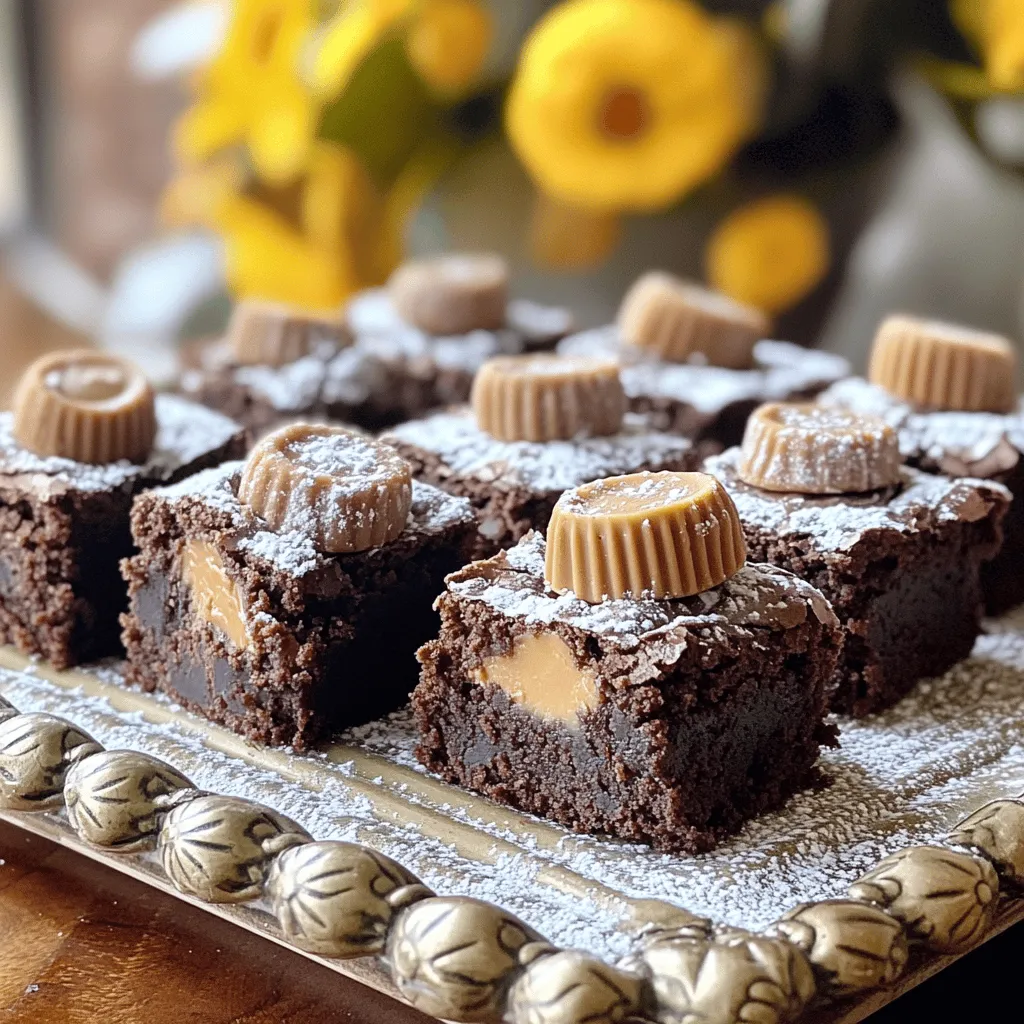 - 1 Tasse cremige Erdnussbutter - 1/2 Tasse ungesüßtes Kakaopulver - 1/2 Tasse Honig oder Ahornsirup Die Hauptzutaten sind einfach und köstlich. Die cremige Erdnussbutter gibt viel Geschmack und eine tolle Textur. Ungesüßtes Kakaopulver sorgt für den schokoladigen Geschmack. Honig oder Ahornsirup bringt die Süße, die wir brauchen. - 2 große Eier - 1/4 Teelöffel Salz - 1/2 Teelöffel Vanilleextrakt - 1/2 Tasse Mini-Schokoladenstückchen - 12 Mini-Erdnussbutter-Tassen, halbiert Zusätzlich brauchen wir Eier, um die Brownies zu binden. Salz verstärkt den Geschmack. Vanilleextrakt bringt ein tolles Aroma. Die Mini-Schokoladenstückchen geben extra Schokolade in jeden Bissen. Die Mini-Erdnussbutter-Tassen sind das Beste; sie machen jeden Brownie-Bissen zu einem kleinen Genussmoment. Heize den Ofen auf 175°C vor. Das sorgt für eine gleichmäßige Wärme. Während der Ofen vorheizt, lege ein Mini-Muffinblech mit Papierförmchen aus. Diese Förmchen helfen, die Brownie-Bites leicht zu entnehmen. Gib in eine große Rührschüssel die cremige Erdnussbutter, das ungesüßte Kakaopulver, den Honig oder Ahornsirup, die Eier, das Salz und den Vanilleextrakt. Mische alles kräftig, bis du eine glatte Masse hast. Achte darauf, dass keine Klumpen bleiben. Füge dann die Mini-Schokoladenstückchen hinzu. Mische sie vorsichtig, damit sie gleichmäßig verteilt sind. Fülle den Teig mit einem Esslöffel in die Mini-Muffin-Förmchen. Fülle sie etwa bis zur Hälfte. Setze dann eine halbe Mini-Erdnussbutter-Tasse auf jeden Brownie-Bissen. Drücke sie leicht in den Teig, damit sie gut eingepackt ist. Backe die Brownie-Bites im vorgeheizten Ofen für 12 bis 15 Minuten. Überprüfe, ob die Ränder fest sind. Ein Zahnstocher sollte sauber herauskommen. Lass die Brownie-Bites etwa 5 Minuten im Blech abkühlen. Danach kannst du sie auf ein Kuchengitter zum vollständigen Abkühlen transferieren. - Konsistenz des Teigs: Der Teig sollte glatt und cremig sein. Wenn er zu dick ist, füge etwas mehr Honig oder Ahornsirup hinzu. Dies sorgt für eine bessere Textur. Ein gut gemischter Teig macht die Brownie-Bites saftig und lecker. - Backzeit anpassen: Backe die Brownie-Bites zwischen 12 und 15 Minuten. Achte darauf, dass die Ränder fest sind, während die Mitte noch leicht feucht bleibt. Jeder Ofen ist anders, also überprüfe die Brownies nach 12 Minuten. So vermeidest du trockene Bites. - Dekoration mit Puderzucker: Bestäube die Brownie-Bites kurz vor dem Servieren mit Puderzucker. Das sieht nicht nur schön aus, sondern verleiht auch einen süßen Kick. Verwende ein feines Sieb für ein gleichmäßiges Ergebnis. - Serviervorschläge mit Schlagsahne oder Schokoladenguss: Du kannst die Brownie-Bites mit einem Klecks Schlagsahne oder einem Schokoladenguss servieren. Das macht sie noch verlockender. Diese Extras bringen Farbe und Geschmack auf den Teller. {{image_4}} Um diese Brownie-Bites glutenfrei zu machen, nutze glutenfreies Mehl. Du kannst Mandelmehl oder Kokosmehl verwenden. Diese Mehle geben den Brownie-Bites einen neuen Geschmack und eine tolle Textur. Achte darauf, das glutenfreie Mehl gut mit den anderen Zutaten zu mischen. Dadurch bleibt der Teig geschmeidig und lecker. Es gibt viele Wege, den Geschmack dieser Brownie-Bites zu verändern. Füge gehackte Nüsse hinzu, um einen knusprigen Biss zu bekommen. Walnüsse oder Mandeln passen gut dazu. Du kannst auch andere Schokoladensorten ausprobieren. Probiere weiße Schokolade oder Zartbitterschokolade. Diese Varianten geben deinen Brownie-Bites eine spannende Note. Für eine vegane Version ersetzt du die Eier. Verwende stattdessen Apfelmus oder einen Chia-Pudding. Diese Zutaten helfen, den Teig zusammenzuhalten. Bei den Süßungsmitteln kannst du Agavendicksaft oder Kokosblütenzucker verwenden. Diese Alternativen machen die Brownie-Bites nicht nur vegan, sondern auch gesund und lecker. Brownie-Bites halten sich im Kühlschrank etwa eine Woche. Zum Lagern lege sie in einen luftdichten Behälter. So bleiben sie frisch und lecker. Achte darauf, die Brownie-Bites nicht zu überladen. Das sorgt dafür, dass die Feuchtigkeit gleichmäßig bleibt. Um die Brownie-Bites einzufrieren, lege sie auf ein Backblech. Achte darauf, dass sie sich nicht berühren. Friere sie für etwa 2 Stunden ein, bis sie fest sind. Danach packe sie in einen luftdichten Beutel oder Behälter. So halten sie sich bis zu drei Monate. Wenn du sie essen möchtest, nimm sie einfach aus dem Gefrierfach. Lass sie bei Raumtemperatur auftauen. Du kannst sie auch in der Mikrowelle kurz erwärmen. So sind sie schnell wieder genussbereit. Dieses Rezept ergibt 24 Brownie-Bites. Die Portionen sind perfekt für einen Snack oder eine kleine Feier. Jeder Biss ist voll mit Geschmack und Freude. Du kannst die Anzahl der Portionen auch anpassen, wenn du mehr oder weniger machen möchtest. Ja, du kannst andere Nussbutter verwenden. Mandelbutter oder Cashewbutter sind gute Alternativen. Sie geben den Bites einen anderen, aber leckeren Geschmack. Achte darauf, dass die Nussbutter cremig ist. So bleibt die Konsistenz des Teigs gleich. Ja, du kannst den Zuckergehalt reduzieren. Statt Honig kannst du auch etwas weniger verwenden. Eine andere Option ist, einen Süßstoff wie Stevia zu nutzen. Auch Apfelmus ist eine gute Wahl. Es gibt dir Süße mit weniger Zucker. Probiere aus, was dir am besten schmeckt! In diesem Blogbeitrag habe ich die wichtigsten Zutaten und Schritte für köstliche Brownie-Bites vorgestellt. Wir haben uns die Hauptzutaten wie Erdnussbutter und Kakao angesehen. Außerdem gab es hilfreiche Tipps zur Perfektionierung des Rezepts und Lagerungshinweise. Denke daran, dass du Variationen ausprobieren kannst, um dein eigenes Rezept zu kreieren. Es gibt viele Möglichkeiten, diesen Snack anzupassen. Nutze die Vorschläge, um kreativ zu werden. So stellst du sicher, dass deine Brownie-Bites immer lecker bleiben!