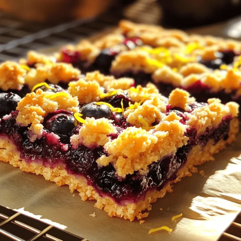 Um die perfekten Blaubeer Zitronen Streuselriegel zu machen, benötigst du: - 2 Tassen frische Blaubeeren - 1 Esslöffel Zitronensaft - Abrieb von 1 Zitrone - 1/4 Tasse Kristallzucker - 1 Teelöffel Speisestärke - 1 1/2 Tassen Weizenmehl - 1/2 Tasse Haferflocken - 1/2 Tasse brauner Zucker, fest gepackt - 1/2 Teelöffel Backpulver - 1/4 Teelöffel Natron - 1/4 Teelöffel Salz - 1/2 Tasse kalte ungesalzene Butter, gewürfelt - 1 großes Ei - 1 Teelöffel Vanilleextrakt Für 16 Riegel sind die oben genannten Mengen ideal. Du kannst die Zutaten leicht anpassen, je nach Geschmack. Falls du eine andere Frucht magst, probiere Himbeeren oder Äpfel. Für eine glutenfreie Option, ersetzt Weizenmehl durch Mandel- oder Kokosmehl. Möchtest du weniger Zucker? Verwende Honig oder Ahornsirup. Zuerst heize den Ofen auf 175°C vor. Das ist wichtig, damit die Riegel gleichmäßig backen. Fette jetzt eine 9x9 Zoll große Backform ein. Du kannst auch Backpapier verwenden. Lass ein Stück überhängen. So kannst du die Riegel später leicht herausnehmen. Nimm eine mittelgroße Schüssel. Gib die frischen Blaubeeren hinein. Füge den Zitronensaft und den Abrieb der Zitrone hinzu. Streue den Kristallzucker und die Speisestärke darüber. Mische alles gut. Lass die Mischung für ein paar Minuten stehen. So können die Aromen gut ziehen. In einer großen Rührschüssel vermenge das Weizenmehl, die Haferflocken, den braunen Zucker, das Backpulver, das Natron und das Salz. Mische alles sorgfältig. Nimm die kalte Butter und schneide sie in kleine Stücke. Gib die Butter zu den trockenen Zutaten. Verwende deine Finger oder einen Teigschneider. Mische, bis eine grobe Streuselkonsistenz entsteht. Nimm eine Tasse der Streuselmischung und lege sie zur Seite. Drücke die restliche Mischung gleichmäßig auf den Boden der Backform. Das wird die Basis für die Riegel. Verteile nun die Blaubeermischung gleichmäßig darauf. Streue die zurückbehaltene Streuselmischung über die Blaubeeren. So erhältst du eine schöne, knusprige Kruste. Backe die Riegel im Ofen für 35 bis 40 Minuten. Achte darauf, dass die Oberseite goldbraun wird und die Blaubeeren blubbern. Wenn sie fertig sind, nimm die Form aus dem Ofen. Lass die Riegel mindestens 20 Minuten in der Form abkühlen. Benutze das Backpapier, um sie herauszuheben. Lass sie dann auf einem Gitterrost vollständig abkühlen. Wenn sie kalt sind, schneide sie in Stücke oder Riegel und genieße sie! Um perfekte Blaubeer Zitronen Streuselriegel zu machen, achte auf die Zutaten. Verwende frische Blaubeeren für besten Geschmack. Wenn die Blaubeeren sehr süß sind, reduziere den Kristallzucker. Der Zitronensaft bringt Frische. Ein guter Tipp ist, den Zitronenabrieb gut zu verteilen. Das gibt den Riegeln eine tolle Note. Achte darauf, die Butter kalt zu halten. So bleiben die Streusel schön krümelig. Ein häufiger Fehler ist, die Riegel zu lange zu backen. Achte auf die goldbraune Farbe. Wenn die Riegel zu dunkel werden, sind sie trocken. Ein weiterer Fehler ist, die Mischung zu fest zu drücken. Lass genug Luft zwischen den Streuseln. So werden sie knusprig. Wenn du die Riegel nicht genug abkühlen lässt, zerfallen sie. Serviere die Riegel warm oder bei Zimmertemperatur. Ein Klecks griechischer Joghurt macht sie noch besser. Du kannst auch eine Kugel Vanilleeis dazugeben. Für die Präsentation, lege die Riegel auf ein schönes Tablett. Streue etwas Puderzucker darüber. Das sieht sehr einladend aus. Wenn du Gäste hast, serviere sie mit frischen Zitronenscheiben und Blaubeeren. So wird alles noch schöner! {{image_4}} Wenn du keine Blaubeeren magst, probiere andere Früchte. Himbeeren, Erdbeeren oder Kirschen sind tolle Alternativen. Diese Früchte bringen frische Aromen und eine schöne Farbe. Du kannst auch Pfirsiche oder Äpfel verwenden. Achte darauf, die Süße anzupassen, wenn du saure Früchte wählst. Nutze die Saison, um verschiedene Früchte zu kombinieren. Im Sommer sind Pfirsiche und Himbeeren perfekt. Im Herbst kannst du Äpfel und Zimt hinzufügen. Im Winter sind Cranberries eine interessante Wahl. Diese Kombinationen machen die Riegel bunt und lecker. Experimentiere, um deine Lieblingskombination zu finden! Für glutenfreie Riegel kannst du Mandelmehl oder Hafermehl verwenden. Achte darauf, dass das Hafermehl glutenfrei ist. Wenn du vegan bist, ersetze die Butter durch Kokosöl oder Margarine. Statt dem Ei kannst du Apfelmus oder Leinsamen verwenden. Diese Anpassungen machen die Riegel für jeden geeignet und lecker! Um die Frische deiner Blaubeer Zitronen Streuselriegel zu bewahren, lagere sie in einem luftdichten Behälter. Stelle sicher, dass sie vollständig abgekühlt sind, bevor du sie verpackst. Bei Zimmertemperatur bleiben sie so für bis zu fünf Tage frisch. Wenn du sie kühler magst, kannst du sie im Kühlschrank lagern. Das hält sie noch länger, aber die Textur ändert sich etwas. Um die Riegel länger frisch zu halten, gibt es einige einfache Tipps: - Verwende frische Blaubeeren, um die beste Qualität zu garantieren. - Füge etwas Zitronensaft hinzu, um die Frische zu verlängern. - Lege ein Papiertuch in den Behälter, um Feuchtigkeit zu absorbieren. Diese kleinen Tricks helfen, den Geschmack und die Konsistenz zu bewahren. Das Einfrieren von Blaubeer Zitronen Streuselriegel ist einfach und praktisch. So gehst du vor: - Lass die Riegel vollständig abkühlen. - Schneide sie in Stücke. - Wickel jedes Stück in Frischhaltefolie. - Lege die eingewickelten Riegel in einen Gefrierbeutel. So bleiben sie bis zu drei Monate haltbar. Wenn du sie essen möchtest, lasse sie bei Raumtemperatur auftauen oder erwärme sie kurz in der Mikrowelle. Blaubeer-Zitronen-Streuselriegel haben etwa 150 Kalorien pro Stück. Diese Zahl kann je nach Zutaten variieren. Wenn du weniger Zucker verwendest, sinkt die Kalorienzahl. Du kannst auch gesunde Alternativen ausprobieren. Ja, du kannst gefrorene Blaubeeren verwenden. Achte darauf, sie vorher leicht auftauen zu lassen. So wird der Saft nicht zu flüssig. Gefrorene Blaubeeren sind oft genauso gut wie frische. Sie sind eine praktische Option, wenn frische Früchte nicht verfügbar sind. Die Riegel halten sich bis zu einer Woche in einem luftdichten Behälter. Lagere sie im Kühlschrank, um die Frische zu bewahren. Du kannst sie auch bei Zimmertemperatur aufbewahren, aber sie halten dann nicht so lange. Ja, du kannst die Riegel ohne Zucker zubereiten. Nutze stattdessen Honig oder Ahornsirup. Diese Süßstoffe geben einen anderen Geschmack, passen aber gut zu den Blaubeeren. Achte darauf, die Menge anzupassen, um die Konsistenz zu behalten. Lass die Riegel nach dem Backen gut abkühlen. Schneide sie mit einem scharfen Messer. Ein heißes Messer hilft, die Riegel glatt zu schneiden. Du kannst auch die Riegel leicht anwärmen, um sie leichter zu schneiden. Diese Anleitung hat dir gezeigt, wie du leckere Blaubeer-Streuselriegel zubereitest. Wir haben die Zutaten, Schritte und Tipps besprochen. Denk daran, du kannst die Riegel ganz nach deinem Geschmack anpassen. Experimentiere mit verschiedenen Früchten und diätetischen Optionen. Lagere die Riegel richtig, damit sie frisch bleiben. Viel Spaß beim Backen! Die Riegel werden sicher ein Hit bei Freunden und Familie.