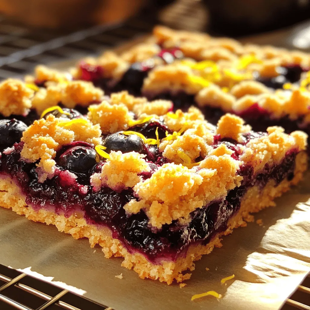 Um die perfekten Blaubeer Zitronen Streuselriegel zu machen, benötigst du: - 2 Tassen frische Blaubeeren - 1 Esslöffel Zitronensaft - Abrieb von 1 Zitrone - 1/4 Tasse Kristallzucker - 1 Teelöffel Speisestärke - 1 1/2 Tassen Weizenmehl - 1/2 Tasse Haferflocken - 1/2 Tasse brauner Zucker, fest gepackt - 1/2 Teelöffel Backpulver - 1/4 Teelöffel Natron - 1/4 Teelöffel Salz - 1/2 Tasse kalte ungesalzene Butter, gewürfelt - 1 großes Ei - 1 Teelöffel Vanilleextrakt Für 16 Riegel sind die oben genannten Mengen ideal. Du kannst die Zutaten leicht anpassen, je nach Geschmack. Falls du eine andere Frucht magst, probiere Himbeeren oder Äpfel. Für eine glutenfreie Option, ersetzt Weizenmehl durch Mandel- oder Kokosmehl. Möchtest du weniger Zucker? Verwende Honig oder Ahornsirup. Zuerst heize den Ofen auf 175°C vor. Das ist wichtig, damit die Riegel gleichmäßig backen. Fette jetzt eine 9x9 Zoll große Backform ein. Du kannst auch Backpapier verwenden. Lass ein Stück überhängen. So kannst du die Riegel später leicht herausnehmen. Nimm eine mittelgroße Schüssel. Gib die frischen Blaubeeren hinein. Füge den Zitronensaft und den Abrieb der Zitrone hinzu. Streue den Kristallzucker und die Speisestärke darüber. Mische alles gut. Lass die Mischung für ein paar Minuten stehen. So können die Aromen gut ziehen. In einer großen Rührschüssel vermenge das Weizenmehl, die Haferflocken, den braunen Zucker, das Backpulver, das Natron und das Salz. Mische alles sorgfältig. Nimm die kalte Butter und schneide sie in kleine Stücke. Gib die Butter zu den trockenen Zutaten. Verwende deine Finger oder einen Teigschneider. Mische, bis eine grobe Streuselkonsistenz entsteht. Nimm eine Tasse der Streuselmischung und lege sie zur Seite. Drücke die restliche Mischung gleichmäßig auf den Boden der Backform. Das wird die Basis für die Riegel. Verteile nun die Blaubeermischung gleichmäßig darauf. Streue die zurückbehaltene Streuselmischung über die Blaubeeren. So erhältst du eine schöne, knusprige Kruste. Backe die Riegel im Ofen für 35 bis 40 Minuten. Achte darauf, dass die Oberseite goldbraun wird und die Blaubeeren blubbern. Wenn sie fertig sind, nimm die Form aus dem Ofen. Lass die Riegel mindestens 20 Minuten in der Form abkühlen. Benutze das Backpapier, um sie herauszuheben. Lass sie dann auf einem Gitterrost vollständig abkühlen. Wenn sie kalt sind, schneide sie in Stücke oder Riegel und genieße sie! Um perfekte Blaubeer Zitronen Streuselriegel zu machen, achte auf die Zutaten. Verwende frische Blaubeeren für besten Geschmack. Wenn die Blaubeeren sehr süß sind, reduziere den Kristallzucker. Der Zitronensaft bringt Frische. Ein guter Tipp ist, den Zitronenabrieb gut zu verteilen. Das gibt den Riegeln eine tolle Note. Achte darauf, die Butter kalt zu halten. So bleiben die Streusel schön krümelig. Ein häufiger Fehler ist, die Riegel zu lange zu backen. Achte auf die goldbraune Farbe. Wenn die Riegel zu dunkel werden, sind sie trocken. Ein weiterer Fehler ist, die Mischung zu fest zu drücken. Lass genug Luft zwischen den Streuseln. So werden sie knusprig. Wenn du die Riegel nicht genug abkühlen lässt, zerfallen sie. Serviere die Riegel warm oder bei Zimmertemperatur. Ein Klecks griechischer Joghurt macht sie noch besser. Du kannst auch eine Kugel Vanilleeis dazugeben. Für die Präsentation, lege die Riegel auf ein schönes Tablett. Streue etwas Puderzucker darüber. Das sieht sehr einladend aus. Wenn du Gäste hast, serviere sie mit frischen Zitronenscheiben und Blaubeeren. So wird alles noch schöner! {{image_4}} Wenn du keine Blaubeeren magst, probiere andere Früchte. Himbeeren, Erdbeeren oder Kirschen sind tolle Alternativen. Diese Früchte bringen frische Aromen und eine schöne Farbe. Du kannst auch Pfirsiche oder Äpfel verwenden. Achte darauf, die Süße anzupassen, wenn du saure Früchte wählst. Nutze die Saison, um verschiedene Früchte zu kombinieren. Im Sommer sind Pfirsiche und Himbeeren perfekt. Im Herbst kannst du Äpfel und Zimt hinzufügen. Im Winter sind Cranberries eine interessante Wahl. Diese Kombinationen machen die Riegel bunt und lecker. Experimentiere, um deine Lieblingskombination zu finden! Für glutenfreie Riegel kannst du Mandelmehl oder Hafermehl verwenden. Achte darauf, dass das Hafermehl glutenfrei ist. Wenn du vegan bist, ersetze die Butter durch Kokosöl oder Margarine. Statt dem Ei kannst du Apfelmus oder Leinsamen verwenden. Diese Anpassungen machen die Riegel für jeden geeignet und lecker! Um die Frische deiner Blaubeer Zitronen Streuselriegel zu bewahren, lagere sie in einem luftdichten Behälter. Stelle sicher, dass sie vollständig abgekühlt sind, bevor du sie verpackst. Bei Zimmertemperatur bleiben sie so für bis zu fünf Tage frisch. Wenn du sie kühler magst, kannst du sie im Kühlschrank lagern. Das hält sie noch länger, aber die Textur ändert sich etwas. Um die Riegel länger frisch zu halten, gibt es einige einfache Tipps: - Verwende frische Blaubeeren, um die beste Qualität zu garantieren. - Füge etwas Zitronensaft hinzu, um die Frische zu verlängern. - Lege ein Papiertuch in den Behälter, um Feuchtigkeit zu absorbieren. Diese kleinen Tricks helfen, den Geschmack und die Konsistenz zu bewahren. Das Einfrieren von Blaubeer Zitronen Streuselriegel ist einfach und praktisch. So gehst du vor: - Lass die Riegel vollständig abkühlen. - Schneide sie in Stücke. - Wickel jedes Stück in Frischhaltefolie. - Lege die eingewickelten Riegel in einen Gefrierbeutel. So bleiben sie bis zu drei Monate haltbar. Wenn du sie essen möchtest, lasse sie bei Raumtemperatur auftauen oder erwärme sie kurz in der Mikrowelle. Blaubeer-Zitronen-Streuselriegel haben etwa 150 Kalorien pro Stück. Diese Zahl kann je nach Zutaten variieren. Wenn du weniger Zucker verwendest, sinkt die Kalorienzahl. Du kannst auch gesunde Alternativen ausprobieren. Ja, du kannst gefrorene Blaubeeren verwenden. Achte darauf, sie vorher leicht auftauen zu lassen. So wird der Saft nicht zu flüssig. Gefrorene Blaubeeren sind oft genauso gut wie frische. Sie sind eine praktische Option, wenn frische Früchte nicht verfügbar sind. Die Riegel halten sich bis zu einer Woche in einem luftdichten Behälter. Lagere sie im Kühlschrank, um die Frische zu bewahren. Du kannst sie auch bei Zimmertemperatur aufbewahren, aber sie halten dann nicht so lange. Ja, du kannst die Riegel ohne Zucker zubereiten. Nutze stattdessen Honig oder Ahornsirup. Diese Süßstoffe geben einen anderen Geschmack, passen aber gut zu den Blaubeeren. Achte darauf, die Menge anzupassen, um die Konsistenz zu behalten. Lass die Riegel nach dem Backen gut abkühlen. Schneide sie mit einem scharfen Messer. Ein heißes Messer hilft, die Riegel glatt zu schneiden. Du kannst auch die Riegel leicht anwärmen, um sie leichter zu schneiden. Diese Anleitung hat dir gezeigt, wie du leckere Blaubeer-Streuselriegel zubereitest. Wir haben die Zutaten, Schritte und Tipps besprochen. Denk daran, du kannst die Riegel ganz nach deinem Geschmack anpassen. Experimentiere mit verschiedenen Früchten und diätetischen Optionen. Lagere die Riegel richtig, damit sie frisch bleiben. Viel Spaß beim Backen! Die Riegel werden sicher ein Hit bei Freunden und Familie.