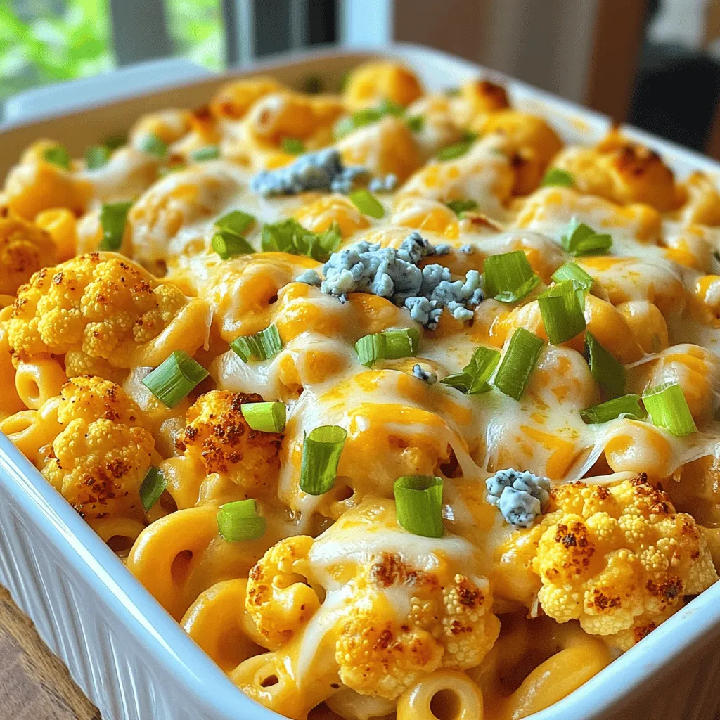 Für dieses leckere Gericht brauchen Sie einige wichtige Zutaten: - 1 Kopf Blumenkohl, in Röschen zerteilt - 8 Unzen Ellbogen-Makkaroni (oder glutenfreie Pasta) - 2 Tassen scharfer Cheddar-Käse, gerieben - 1 Tasse Frischkäse, weich - 1 Tasse Milch (milchhaltig oder pflanzlich) - 1/2 Tasse scharfe Sauce (nach Geschmack anpassen) Diese Zutaten sind die Basis für den cremigen und scharfen Geschmack des Gerichts. Der Blumenkohl gibt eine gute Textur, und die Makkaroni sorgen für die Fülle. Um den Geschmack zu verbessern, verwenden wir einige einfache Öle und Gewürze: - 2 Esslöffel Olivenöl - 1 Teelöffel Knoblauchpulver - 1 Teelöffel Zwiebelpulver - 1/2 Teelöffel geräuchertes Paprikapulver - Salz und Pfeffer nach Geschmack Diese Gewürze bringen viel Aroma in das Gericht. Das Olivenöl hilft, den Blumenkohl beim Rösten knusprig zu machen. Die Käsesauce macht unser Mac & Cheese besonders cremig und lecker. Hier sind die Käse- und Milchprodukte: - 2 Tassen scharfer Cheddar-Käse, gerieben - 1 Tasse Frischkäse, weich - 1 Tasse Milch (milchhaltig oder pflanzlich) Die Kombination aus Cheddar und Frischkäse sorgt für einen reichen Geschmack. Die Milch macht die Sauce schön cremig und glatt. Heize den Ofen auf 220°C vor. Nimm einen großen Behälter und gib die Blumenkohlröschen hinein. Füge Olivenöl, Knoblauchpulver, Zwiebelpulver, geräuchertes Paprikapulver, Salz und Pfeffer hinzu. Mische alles gut, sodass der Blumenkohl gleichmäßig mit den Gewürzen bedeckt ist. Verteile die Röschen auf einem Backblech. Röste sie 20-25 Minuten lang, bis sie goldbraun und weich sind. Wende den Blumenkohl einmal während des Röstens für gleichmäßige Farbe. Während der Blumenkohl röstet, koche die Makkaroni. Folge den Angaben auf der Verpackung und achte darauf, dass sie al dente sind. Das bedeutet, dass sie noch etwas Biss haben sollten. Gieße die Makkaroni ab und stelle sie beiseite. Nimm einen großen Topf und stelle ihn auf mittlere Hitze. Gib den Frischkäse und die Milch in den Topf. Rühre ständig, bis der Frischkäse schmilzt und die Mischung glatt ist. Dann füge nach und nach den geriebenen Cheddar-Käse hinzu. Rühre weiter, bis der Käse geschmolzen und die Sauce cremig ist. Sobald die Käsesauce glatt ist, füge die scharfe Sauce hinzu. Rühre gut um, sodass sich die Aromen vermischen. Jetzt ist es Zeit, die gerösteten Blumenkohlröschen und die gekochten Makkaroni hinzuzufügen. Mische alles vorsichtig, bis die Zutaten gut verteilt sind. Heize deinen Ofen auf 175°C vor. Gib die Mac & Käse-Mischung in eine gefettete Auflaufform. Wenn du magst, streue etwas zusätzlichen geriebenen Cheddar-Käse oben drauf. Backe das Gericht 20-25 Minuten lang, bis die Mischung blubbert und die Oberfläche leicht goldbraun ist. Nimm die Auflaufform aus dem Ofen und lasse sie ein paar Minuten abkühlen. Garniere das Gericht nach Belieben mit geschnittenen Frühlingszwiebeln und zerbröckeltem Blauschimmelkäse. Serviere es warm und genieße den leckeren Geschmack! Um die perfekte Käsesauce zu erreichen, achte auf die Temperatur. Erhitze die Milch langsam, damit sie nicht anbrennt. Rühre ständig, wenn du den Frischkäse hinzufügst. So bleibt die Sauce glatt. Füge den Cheddar Käse nach und nach hinzu. Das hilft, Klumpen zu vermeiden. Wenn die Sauce zu dick ist, gib einen Schluck mehr Milch hinzu. Für mehr Würze kannst du etwas scharfe Sauce direkt einrühren. Wenn du keinen Blumenkohl magst, probiere Brokkoli oder Zucchini. Beide Gemüse passen gut zu diesem Gericht. Du kannst auch die Makkaroni durch glutenfreie Pasta ersetzen. Verwende für die Käsesauce pflanzliche Milch und veganen Käse für eine vegane Version. Das gibt dir viele Möglichkeiten, das Rezept anzupassen. Die Gewürze wie Paprikapulver oder Knoblauchpulver können auch variieren. Experimentiere mit deinen Lieblingsgeschmäckern. Serviere den Buffalo Blumenkohl Mac & Cheese in bunten Schalen. Das sieht einladend aus. Garnieren mit Frühlingszwiebeln bringt frische Farben ins Spiel. Ein Hauch von zerbröckeltem Blauschimmelkäse macht das Gericht besonders. Stelle die Schalen auf einen schönen Tisch und lade Freunde ein. Das Gericht ist nicht nur lecker, sondern auch schön anzusehen. {{image_4}} Für eine vegane Version dieses Rezepts, tauschen Sie die Milch und den Frischkäse gegen pflanzliche Alternativen aus. Verwenden Sie zum Beispiel Mandelmilch oder Soja-Joghurt. Wählen Sie veganen Käse, der gut schmilzt. Viele Marken bieten diesen Käse an. Fügen Sie auch etwas Hefeflocken hinzu, um den käsigen Geschmack zu verstärken. Diese Anpassungen machen das Gericht ebenso cremig und lecker. Wenn Sie Gluten meiden müssen, gibt es viele Alternativen. Reismehl-Pasta oder Linsen-Pasta sind großartige Optionen. Diese Pastaarten haben eine ähnliche Textur wie traditionelle Makkaroni. Achten Sie darauf, die Pasta al dente zu kochen. Das sorgt dafür, dass sie beim Backen nicht zu weich wird. So bleibt die perfekte Konsistenz erhalten. Um das Rezept noch interessanter zu machen, fügen Sie zusätzliche Zutaten hinzu. Geben Sie Spinat oder Brokkoli für mehr Farbe und Nährstoffe hinzu. Röstete Paprika oder Jalapeños sorgen für zusätzlichen Geschmack und Schärfe. Sie können auch gebratene Zwiebeln oder Knoblauch für mehr Tiefe verwenden. Seien Sie kreativ und passen Sie das Rezept an Ihren Geschmack an! Buffalo Blumenkohl Mac & Käse bleibt frisch, wenn Sie ihn richtig lagern. Lassen Sie das Gericht zuerst abkühlen. Füllen Sie es dann in einen luftdichten Behälter. So bleibt der Geschmack gut erhalten. Im Kühlschrank hält es sich etwa 3 bis 5 Tage. Um das Gericht wieder aufzuwärmen, nehmen Sie eine Portion heraus. Geben Sie es in die Mikrowelle oder in einen Topf. Fügen Sie einen Schuss Milch hinzu, um die Käsesauce cremig zu halten. Erwärmen Sie es langsam, damit es nicht anbrennt. Rühren Sie zwischendurch um. So bleibt das Gericht lecker und warm. Wenn Sie Reste übrig haben, können Sie das Gericht einfrieren. Füllen Sie es in einen gefrierfesten Behälter. Achten Sie darauf, etwas Platz für die Ausdehnung zu lassen. Es kann bis zu 3 Monate eingefroren werden. Zum Auftauen stellen Sie es über Nacht in den Kühlschrank. Dann erwärmen Sie es wie oben beschrieben. So genießen Sie auch später den Geschmack von Buffalo Blumenkohl Mac & Käse. Ja, du kannst andere Gemüsesorten nutzen. Brokkoli, Zucchini oder Spinat passen gut dazu. Diese Gemüsesorten bringen ihren eigenen Geschmack und Nährstoffe. Du kannst sie einfach wie den Blumenkohl zubereiten. Achte darauf, die Garzeit anzupassen, falls nötig. Die Schärfe hängt von der verwendeten Sauce ab. Du kannst milde oder sehr scharfe Sorten wählen. Probiere die Sauce, bevor du sie hinzufügst. So findest du die perfekte Schärfe für deinen Geschmack. Wenn du es weniger scharf magst, reduziere die Menge. Ja, dieses Rezept eignet sich gut für Meal Prep. Du kannst es im Voraus zubereiten und im Kühlschrank lagern. Es bleibt frisch für etwa drei bis fünf Tage. Du kannst auch Portionsgrößen einfrieren. So hast du immer eine schnelle Mahlzeit bereit. Zu diesem Gericht passen viele Beilagen. Ein frischer grüner Salat bringt eine schöne Balance. Auch Karotten- oder Selleriesticks sind toll. Wenn du es herzhaft magst, probiere Knoblauchbrot oder Brötchen. Diese Beilagen ergänzen den Geschmack perfekt. In diesem Artikel habe ich die wichtigsten Punkte für Buffalo Blumenkohl Mac & Käse behandelt. Wir haben die Hauptzutaten besprochen, die du brauchst, und die Schritte zum Kochen erklärt. Tipps helfen dir, die perfekte Käsesauce zu erreichen. Vegane und glutenfreie Varianten sind auch möglich. Denke daran, dass du das Gericht gut aufbewahren kannst. Genieß dein leckeres Mac & Käse und experimentiere mit verschiedenen Zutaten. Kochen macht Spaß und jeder kann es schaffen!