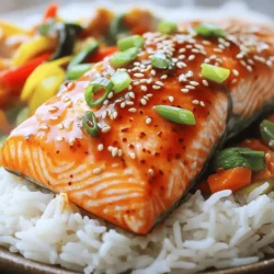 Die Hauptzutaten für süß-scharf glasierten Lachs sind: - 4 Lachsfilets (jeweils 170 g) - 60 ml süße Chilisauce - 30 ml Sojasauce - 15 ml Honig - 15 ml Sesamöl - 2 Knoblauchzehen, fein gehackt - 2,5 cm frischer Ingwer, gerieben - 15 ml Limettensaft - 15 ml Reisessig Diese Zutaten verleihen dem Lachs seinen besonderen Geschmack. Der Lachs ist reich an Omega-3-Fettsäuren und bietet eine tolle Basis. Die Marinade ist der Schlüssel zu diesem Gericht. Du mischst die süße Chilisauce, Sojasauce, Honig und Sesamöl in einer Schüssel. Füge dann den gehackten Knoblauch, den geriebenen Ingwer, Limettensaft und Reisessig hinzu. Verrühre alles gut. Diese Kombination gibt dem Lachs eine süß-scharfe Note. Lass ihn mindestens 30 Minuten marinieren, um den besten Geschmack zu erzielen. Für die Garnierung nimmst du 2 dünn geschnittene Frühlingszwiebeln und Sesamsamen. Diese verleihen dem Gericht einen schönen Look und zusätzlichen Geschmack. Du kannst den Lachs auf einem Bett aus gedämpftem Jasminreis oder Quinoa servieren. Gebratenes Gemüse passt ebenfalls gut dazu. Ein Spritzer süße Chilisauce obenauf macht das Gericht noch bunter und leckerer. Um die Marinade zu machen, nimm eine mittelgroße Schüssel. Mische dort die süße Chilisauce, Sojasauce, Honig, und Sesamöl. Füge die fein gehackten Knoblauchzehen und geriebenen Ingwer hinzu. Gieße auch den Limettensaft und den Reisessig dazu. Verquirle alles gut. Du willst eine gleichmäßige Mischung. Diese Marinade bringt viel Geschmack in deinen Lachs. Lass sie ein paar Minuten ruhen, damit die Aromen gut durchziehen. Bevor du mit dem Lachs arbeitest, würze ihn leicht mit Salz und Pfeffer. Das hilft, den Geschmack zu verbessern. Du kannst auch Wurzelgemüse vorbereiten. Karotten oder Süßkartoffeln passen gut dazu. Sie sind bunt und lecker. Wenn du den Lachs grillst, lege ihn mit der Hautseite nach unten auf den Grill. Das schützt das Filet und hält es saftig. Heize den Grill oder Ofen auf 200 °C vor. Wenn du grillst, öle das Grillrost leicht ein. Das hilft, ein Ankleben zu verhindern. Lege die Lachsfilets auf den Grill. Grill sie 5-6 Minuten lang. Wende sie dann vorsichtig um. Bestreiche sie mit der aufbewahrten Marinade. Grill sie weitere 4-5 Minuten. Der Lachs sollte zart sein und sich leicht mit einer Gabel zerteilen lassen. Wenn du im Ofen backst, lege die Filets auf ein mit Backpapier ausgelegtes Blech. Backe sie 12-15 Minuten. Vergiss nicht, die Glasur nach der Hälfte der Zeit aufzutragen. Lass den Lachs nach dem Garen ein paar Minuten ruhen, bevor du ihn servierst. Beim Kochen gibt es oft kleine Fehler, die den Geschmack beeinflussen. Achten Sie darauf, die Lachsfilets nicht zu lange in der Marinade zu lassen. 30 Minuten sind ideal. Zu lang kann den Fisch übermarinieren. Das macht ihn weich und matschig. Außerdem sollten Sie den Grill oder Ofen gut vorheizen. Ein kalter Grill kann den Lachs ungleichmäßig garen. Um die Glasur schön glänzend zu machen, verwenden Sie die Marinade beim Garen. Bestreichen Sie den Lachs während des Grillens oder Backens. Dies gibt ihm einen tollen Geschmack. Seien Sie vorsichtig, nicht zu viel Marinade zu verwenden. Zu viel kann den Lachs überladen und den Geschmack ruinieren. Fügen Sie vor dem Servieren frische Frühlingszwiebeln und Sesamsamen hinzu. Das sorgt für einen frischen Look und zusätzlichen Crunch. Die richtige Garzeit ist wichtig für perfekt gegarten Lachs. Grillen Sie die Filets 5-6 Minuten auf der Hautseite. Wenden Sie sie vorsichtig und garen Sie sie weitere 4-5 Minuten. Der Lachs ist fertig, wenn er sich leicht mit einer Gabel zerteilen lässt. Wenn Sie im Ofen backen, stellen Sie 12-15 Minuten bei 200 °C ein. Achten Sie darauf, die Marinade in der Mitte der Backzeit aufzutragen. {{image_4}} Wenn du keinen Lachs magst, probiere andere Fische. Forelle, Kabeljau oder Heilbutt sind gute Alternativen. Diese Fische nehmen die Marinade gut auf. Du kannst die Garzeit je nach Dicke anpassen. Achte darauf, die Filets nicht zu übergaren. So bleibt der Fisch saftig und zart. Für eine vegetarische Option nehme Tofu oder Tempeh. Mariniere sie wie den Lachs. Grille oder backe sie, bis sie goldbraun sind. Diese Alternativen bieten eine ähnliche Textur. Füge mehr Gemüse hinzu, um das Gericht bunter zu machen. Zucchini oder Paprika sind tolle Ergänzungen. Nutze frische, saisonale Zutaten, um den Geschmack zu verbessern. Im Frühling sind Spargel und Erbsen lecker. Im Sommer kannst du frische Tomaten oder Mais verwenden. Füge diese Zutaten zur Marinade hinzu oder serviere sie als Beilage. Im Herbst schmecken Kürbis und Pilze hervorragend dazu. Im Winter sind Wurzelgemüse eine gute Wahl. Sie bringen Farbe und Geschmack auf den Teller. Um die Reste von süß-scharf glasiertem Lachs gut zu lagern, lege ihn in einen luftdichten Behälter. Achte darauf, die Lachsfilets vollständig abzukühlen, bevor du sie verpackst. So bleibt der Geschmack frisch. Du kannst die Reste bis zu drei Tage im Kühlschrank aufbewahren. Wenn du den glasierten Lachs länger aufbewahren möchtest, kannst du ihn einfrieren. Wickele die Lachsfilets fest in Frischhaltefolie. Danach lege sie in einen gefrierfesten Beutel. Diese Methode hält den Lachs bis zu drei Monate frisch. Zum Auftauen lege die Filets einfach über Nacht in den Kühlschrank. Die Marinade ist voller Geschmack. Du kannst sie für andere Gerichte verwenden. Koche die Marinade vor der Verwendung auf, um Bakterien abzutöten. Dann kannst du sie als Sauce für Gemüse oder Reis nutzen. So vermeidest du Lebensmittelverschwendung und schaffst neue Geschmackserlebnisse. Um die Marinade selbst zu machen, mische einfach folgende Zutaten: - 60 ml süße Chilisauce - 30 ml Sojasauce - 15 ml Honig - 15 ml Sesamöl - 2 gehackte Knoblauchzehen - 2,5 cm geriebener frischer Ingwer - 15 ml Limettensaft - 15 ml Reisessig Rühre alles in einer Schüssel gut um, bis es gleichmäßig ist. Diese Marinade sorgt für viel Geschmack! Süß-scharf glasiertes Lachsfilet schmeckt toll mit: - Gedämpftem Jasminreis - Quinoa - Gebratenem Gemüse Ein Spritzer süßer Chilisauce obenauf macht es noch besser! Du kannst auch ein frischer Salat dazu servieren, um die Aromen zu ergänzen. Ja, du kannst den Lachs auch im Ofen garen. Heize den Ofen auf 200 °C vor. Lege die Lachsfilets auf ein mit Backpapier ausgelegtes Blech. Backe sie für 12-15 Minuten. Vergiss nicht, die Marinade nach der Hälfte der Zeit aufzutragen. So bleibt der Lachs saftig und lecker! In diesem Blogbeitrag haben wir die wichtigsten Zutaten, die Zubereitung und die besten Methoden beleuchtet. Du hast gelernt, wie du Marinade selbst machst und häufige Fehler vermeidest. Außerdem findest du kreative Variationen und Tipps zur Lagerung von Resten. Denke daran, dass du mit den richtigen Zutaten und Techniken großartigen Lachs zubereiten kannst. Experimentiere mit neuen Ideen, um deine Gerichte zu verbessern. Mit diesen Tipps wirst du sicher tolle Ergebnisse erzielen.