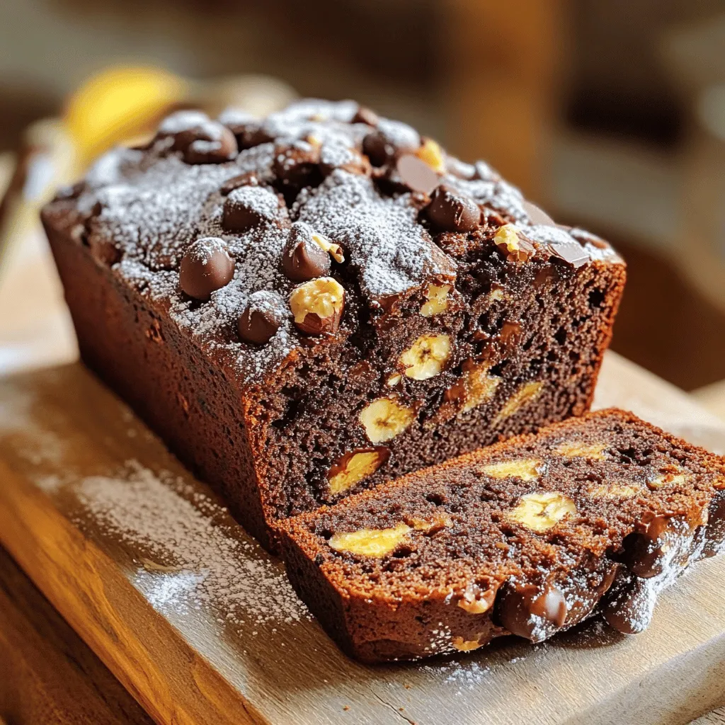 Für unser Schokoladen-Haselnuss-Bananenbrot brauchen wir einige einfache Zutaten. Hier ist, was du benötigst: - 3 reife Bananen, zerdrückt - 1/2 Tasse ungesüßtes Kakaopulver - 1/2 Tasse Haselnussmehl - 1 Tasse Weizenmehl - 1 Teelöffel Backnatron - 1/2 Teelöffel Salz - 1/2 Tasse brauner Zucker - 1/4 Tasse Kristallzucker - 1/3 Tasse Pflanzenöl - 2 große Eier - 1 Teelöffel Vanilleextrakt - 1/2 Tasse Schokoladenstückchen (halb-süß oder dunkel) - 1/4 Tasse gehackte Haselnüsse (optional) Diese Zutaten geben dem Brot seinen tollen Geschmack. Die reifen Bananen sind wichtig. Sie machen das Brot süß und saftig. Manchmal möchtest du vielleicht etwas ändern. Hier sind einige Alternativen und wie sie den Geschmack beeinflussen können: - Kakaopulver: Du kannst auch Schokoladenpulver verwenden. Es macht das Brot süßer. - Weizenmehl: Wenn du Gluten meiden möchtest, nimm Hafermehl oder Mandelmehl. - Zucker: Ersetze den braunen Zucker durch Honig oder Ahornsirup für eine andere Süße. - Eier: Du kannst zwei Esslöffel Apfelmus als Ei-Ersatz nutzen. Es gibt dem Brot Feuchtigkeit. Diese Alternativen können das Brot anders machen. Probiere sie aus und finde deinen Favoriten. Die Wahl der richtigen Zutaten ist wichtig. Hier sind einige Tipps: - Bananen: Wähle sehr reife Bananen. Sie sollten braune Flecken haben. Das macht das Brot süßer. - Haselnüsse: Nimm frische, ganze Haselnüsse. Sie haben den besten Geschmack. - Kakaopulver: Achte auf ungesüßtes Kakaopulver. Es gibt dem Brot einen tiefen, schokoladigen Geschmack. - Öl: Verwende ein neutrales Pflanzenöl. Es lässt die anderen Aromen gut zur Geltung kommen. Mit diesen Tipps wählst du die besten Zutaten. Das macht dein Schokoladen-Haselnuss-Bananenbrot noch besser. Zuerst brauchen wir reife Bananen. Diese Bananen sollten braun sein. Braune Bananen sind süßer und geben mehr Geschmack. Zerdrücke die Bananen in einer großen Schüssel mit einer Gabel. Du willst eine glatte Masse. Jetzt heize deinen Ofen auf 175°C vor. Fette eine Kastenform von 23x13 cm gut ein oder lege sie mit Backpapier aus. So bleibt das Brot nicht kleben. In einer anderen Schüssel vermischst du die zerdrückten Bananen mit Pflanzenöl, braunem Zucker und Kristallzucker. Das ist wichtig für die Süße. Füge die Eier und den Vanilleextrakt hinzu. Die Eier helfen, dass das Brot schön aufgeht. Rühre alles gut mit einem Schneebesen. Du solltest eine gleichmäßige Mischung haben. Jetzt ist es Zeit für die trockenen Zutaten. In einer großen Schüssel kombiniere Haselnussmehl, Weizenmehl, Kakaopulver, Backnatron und Salz. Siebe diese Mischung, damit keine Klumpen entstehen. Das sorgt für eine glatte Textur im Brot. Gieße jetzt die feuchten Zutaten in die trockenen Zutaten. Mische vorsichtig mit einem Spatel. Es ist wichtig, nicht zu stark zu rühren. Füge die Schokoladenstückchen und die gehackten Haselnüsse hinzu. Mische sie vorsichtig unter. Jetzt ist dein Teig bereit zum Backen! Ein häufiger Fehler ist das Übermischen des Teigs. Rühren Sie nur so lange, bis alles vermischt ist. Zu viel Rühren macht das Brot zäh. Achten Sie auch darauf, die Bananen gut zu zerdrücken. Klumpen können die Textur stören. Verwenden Sie reife Bananen, da sie den besten Geschmack bringen. Ein weiterer Fehler ist die falsche Backzeit. Überprüfen Sie das Brot regelmäßig mit einem Zahnstocher. Für die perfekte Konsistenz sollten Sie eine Mischung aus Haselnussmehl und Weizenmehl verwenden. Haselnussmehl sorgt für einen nussigen Geschmack und Weizenmehl gibt Struktur. Achten Sie darauf, die richtige Menge an Zucker zu verwenden. Zu viel Zucker kann das Brot trocken machen. Die Feuchtigkeit aus den Bananen hilft, das Brot weich und saftig zu halten. Nutzen Sie das Pflanzenöl, um den Teig geschmeidig zu machen. Variieren Sie das Rezept, um neue Aromen zu entdecken. Fügen Sie Gewürze wie Zimt oder Muskatnuss hinzu. Diese bringen Wärme und Tiefe in den Geschmack. Auch Trockenfrüchte wie Cranberries oder Aprikosen passen gut. Für mehr Crunch können Sie verschiedene Nüsse verwenden. Experimentieren Sie mit verschiedenen Schokoladensorten, um den süßen Geschmack zu verändern. {{image_4}} Wenn du ein wenig Crunch magst, füge Nüsse hinzu. Gehackte Haselnüsse oder Walnüsse passen gut. Diese Nüsse geben deinem Bananenbrot eine schöne Textur. Du kannst sie unter den Teig heben, bevor du ihn in die Form gießt. So verteilen sie sich gleichmäßig. Achte darauf, die Nüsse grob zu hacken. So bleiben sie knusprig. Für eine glutenfreie Variante, ersetze das Weizenmehl. Verwende eine Mischung aus glutenfreiem Mehl und etwas Stärke. Das sorgt für eine gute Struktur. Du kannst auch Hafermehl nehmen. Achte darauf, dass es glutenfrei ist. Das Brot wird dennoch köstlich und saftig. Möchtest du das Bananenbrot vegan machen? Ersetze die Eier durch Apfelmus oder Leinsamen. Mische einen Esslöffel Leinsamen mit drei Esslöffeln Wasser. Lass es kurz quellen. Das gibt dem Teig die nötige Bindung. Verwende auch pflanzliches Öl, wie Kokosöl oder Rapsöl. So bleibt alles vegan. Diese Variationen lassen sich leicht umsetzen. Probiere sie aus und finde deinen Favoriten! Um dein Schokoladen-Haselnuss-Bananenbrot frisch zu halten, lagere es an einem kühlen, trockenen Ort. Ein Brotkasten oder eine luftdichte Box sind ideal. Achte darauf, dass es nicht direkter Sonneneinstrahlung ausgesetzt ist. Das schützt es vor dem Austrocknen und erhält die Textur. Im Kühlschrank bleibt dein Bananenbrot bis zu einer Woche frisch. Wickel es in Frischhaltefolie oder lege es in eine luftdichte Box. Für längere Lagerung kannst du das Brot einfrieren. So bleibt es bis zu drei Monate haltbar. Schneide das Brot in Scheiben, bevor du es einfrierst. So hast du immer eine Portion bereit. Um das Bananenbrot wieder aufzuwärmen, lege es in den Ofen bei 150°C für etwa 10 Minuten. Du kannst auch einen Toaster verwenden, um die Scheiben warm und knusprig zu machen. Serviere das Brot warm mit etwas Puderzucker oder einer Schicht Nussbutter. Das bringt den Geschmack noch besser zur Geltung. Das Schokoladen-Haselnuss-Bananenbrot hält sich in einem luftdichten Behälter bis zu fünf Tage. Wenn du es im Kühlschrank lagerst, kann es bis zu einer Woche frisch bleiben. Du kannst es auch einfrieren. In einem gefrierfesten Behälter bleibt es bis zu drei Monate gut. Ja, du kannst ungesüßtes Kakaopulver durch ein anderes Kakaopulver ersetzen. Sweetened Kakaopulver funktioniert auch, aber es macht das Brot süßer. Du kannst auch Carob-Pulver verwenden, wenn du einen anderen Geschmack möchtest. Es wird eine leicht andere Textur und Farbe geben. Um das Bananenbrot saftiger zu machen, verwende sehr reife Bananen. Diese Bananen sind süßer und feuchter. Du kannst auch etwas mehr Öl oder Joghurt hinzufügen. Ein weiterer Tipp ist, das Brot nicht zu lange zu backen, damit es nicht austrocknet. Das Schokoladen-Haselnuss-Bananenbrot ist einfach und lecker. Wir haben die Hauptzutaten und Alternativen betrachtet und Tipps gegeben, um die besten auszuwählen. Die Schritt-für-Schritt-Anleitung macht das Backen leicht. Mit unseren Tipps und Tricks können häufige Fehler vermieden werden. Variationen geben dem Brot neuen Geschmack. Beachte die Aufbewahrungshinweise für maximale Frische. Zusammengefasst ist dieses Rezept vielseitig und perfekt für alle. Es schmeckt toll und überzeugt mit vielen Möglichkeiten. Viel Spaß beim Backen und Genießen deines Brotes!