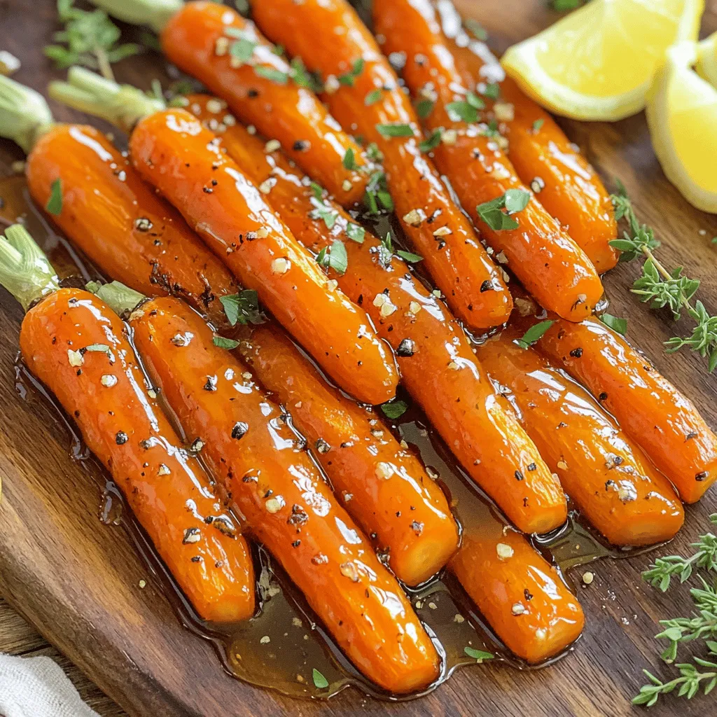 - 450 g Babykarotten (oder 4 große Karotten, in Sticks geschnitten) - 3 Esslöffel Honig - 2 Esslöffel Olivenöl - 3 Knoblauchzehen, fein gehackt - 1 Teelöffel frische Thymianblätter (oder ½ Teelöffel getrockneter Thymian) - 1 Esslöffel Balsamico-Essig - Salz und Pfeffer nach Geschmack - Frische Petersilie zur Garnierung (optional) Die Hauptzutaten sind wichtig für den Geschmack. Babykarotten sind süß und zart. Wenn Sie große Karotten verwenden, schneiden Sie sie in gleichmäßige Sticks. Honig bringt Süße, während Olivenöl hilft, die Karotten knusprig zu machen. Frische Kräuter wie Thymian sorgen für einen tollen Duft. - Salz und Pfeffer nach Geschmack - Balsamico-Essig Salz und Pfeffer bringen den Geschmack hervor. Balsamico-Essig gibt der Mischung eine leichte Säure. Diese Balance macht die Röstkarotten noch leckerer. Achten Sie darauf, die Gewürze nach Ihrem Geschmack zu wählen. Das macht das Gericht ganz persönlich. Heizen Sie den Ofen auf 220°C vor. Das ist wichtig, um die Karotten schön knusprig zu rösten. Während der Ofen aufheizt, bereiten Sie die Zutaten vor. Für dieses Rezept brauchen Sie 450 Gramm Babykarotten oder vier große Karotten. Wenn Sie große Karotten verwenden, schneiden Sie sie in Sticks. In einer großen Schüssel vermischen Sie drei Esslöffel Honig, zwei Esslöffel Olivenöl und drei fein gehackte Knoblauchzehen. Fügen Sie einen Teelöffel frische Thymianblätter und einen Esslöffel Balsamico-Essig hinzu. Würzen Sie die Mischung mit Salz und Pfeffer nach Geschmack. Rühren Sie alles mit einem Schneebesen gut durch, bis die Marinade gleichmäßig ist. Geben Sie die Karotten in die Schüssel mit der Marinade. Wenden Sie die Karotten vorsichtig, bis sie gleichmäßig überzogen sind. Verteilen Sie die marinierten Karotten auf einem mit Backpapier ausgelegten Backblech. Rösten Sie die Karotten im Ofen für 25 bis 30 Minuten. Rühren Sie sie nach 15 Minuten um, damit sie gleichmäßig bräunen. Nach dem Rösten lassen Sie die Karotten kurz abkühlen. Garnieren Sie sie mit frisch gehackter Petersilie, wenn Sie möchten. - Rösten Sie die Karotten bei 220°C. - Die ideale Röstdauer beträgt 25-30 Minuten. - Wenden Sie die Karotten nach 15 Minuten für gleichmäßige Bräunung. Rösten ist eine Kunst. Die richtige Temperatur macht den Unterschied. Zu hohe Hitze kann die Karotten verbrennen, während zu niedrige Hitze sie matschig macht. Überprüfen Sie die Karotten nach 25 Minuten. Sie sollten zart und karamellisiert sein. - Servieren Sie die Röstkarotten auf einer Holzplatte. - Träufeln Sie die Honig-Knoblauch-Sauce vom Backblech darüber. - Fügen Sie frische Zitronenspalten für einen Farbkontrast hinzu. Die Präsentation zählt. Ein schöner Anrichtungsstil macht Ihr Gericht noch appetitlicher. Frische Petersilie kann auch einen tollen Farbklecks bieten. Nutzen Sie die restliche Sauce für zusätzlichen Geschmack. - Vermeiden Sie, die Karotten zu dicht zu legen. - Zu viel Marinade kann die Karotten matschig machen. - Kontrollieren Sie die Garzeit, um Verbrennungen zu verhindern. Einer der häufigsten Fehler ist, die Karotten zu nah beieinander zu legen. Dies verhindert, dass sie gleichmäßig rösten. Ein weiteres Problem ist zu viel Marinade. Dies kann das Röstergebnis beeinträchtigen. Halten Sie sich an die Anleitung, um perfekte Röstkarotten zu erhalten. {{image_4}} Für mehr Geschmack kannst du andere Kräuter oder Gewürze nutzen. Probiere Rosmarin oder Oregano. Diese Kräuter geben den Röstkarotten einen neuen Twist. Du kannst auch etwas Kreuzkümmel hinzufügen. Das bringt eine warme Note. Experimentiere mit verschiedenen Kombinationen. So machst du das Gericht einzigartig. Wenn du es süßer magst, verwende eine andere Honigsorte. Blütenhonig ist fruchtiger und milder. Für einen scharfen Kick kannst du Chili hinzufügen. Frische oder getrocknete Chiliflocken passen gut dazu. Diese Variationen verleihen den Karotten eine schöne Tiefe. So wird jede Portion spannend und neu. Die Röstkarotten passen zu vielen Gerichten. Sie sind eine tolle Beilage zu gebratenem Hähnchen oder Lamm. Serviere sie mit einem frischen Joghurt-Dip. Ein einfaches Rezept ist Joghurt mit Zitronensaft und Minze. Das ergänzt die Süße der Karotten gut. Auch ein einfacher grüner Salat passt perfekt dazu. So hast du eine bunte und gesunde Mahlzeit. Wenn Sie Röstkarotten übrig haben, lassen Sie sie auf Zimmertemperatur abkühlen. Legen Sie die Karotten dann in einen luftdichten Behälter. Stellen Sie sicher, dass der Behälter gut verschlossen ist. Lagern Sie ihn im Kühlschrank. So bleiben die Aromen frisch. Um die Karotten wieder aufzuwärmen, nutzen Sie entweder die Mikrowelle oder den Ofen. Heizen Sie den Ofen auf 180°C vor und rösten Sie die Karotten für etwa 10 Minuten. Röstkarotten halten im Kühlschrank etwa 3 bis 5 Tage. Für längere Haltbarkeit können Sie die Karotten einfrieren. Lassen Sie die Karotten zuerst vollständig abkühlen. Legen Sie sie dann auf ein Backblech und frieren Sie sie für 1 Stunde ein. Danach können Sie die Karotten in einen Gefrierbeutel umfüllen. So können Sie die Karotten bis zu 3 Monate lagern. Zum Auftauen legen Sie die gefrorenen Karotten einfach in den Kühlschrank über Nacht. Die Zubereitung der Honig-Knoblauch Röstkarotten dauert insgesamt etwa 40 Minuten. Davon sind 10 Minuten für das Vorbereiten der Zutaten nötig. Die Kochzeit im Ofen beträgt 25 bis 30 Minuten. So sind die Röstkarotten schnell fertig und bereit zum Servieren. Ja, du kannst andere Karotten verwenden. Babykarotten sind zart und süß. Sie sind einfach zuzubereiten und benötigen keine weitere Vorbereitung. Große Karotten musst du schälen und in Sticks schneiden. Das sorgt für gleichmäßiges Garen. Beide Varianten schmecken toll mit der Honig-Knoblauch-Marinade. Wenn du keinen Honig verwenden möchtest, gibt es gute Alternativen. Du kannst Ahornsirup oder Agavendicksaft nehmen. Diese Süßstoffe geben einen ähnlichen Geschmack. Wenn du eine zuckerfreie Option suchst, probiere Stevia oder Erythrit. Diese sorgen für Süße ohne Zucker. Die Honig-Knoblauch Röstkarotten sind einfach zuzubereiten und sehr lecker. Wir haben die Hauptzutaten und die Schritt-für-Schritt-Anleitung durchgesehen. Du hast auch Tipps und Variationen kennengelernt, um das Gericht anzupassen. Denke daran, die Röstkarotten richtig zu lagern, damit sie frisch bleiben. Mit diesen einfachen Schritten kannst du diese Beilage perfekt zubereiten und deinen Gästen zeigen, was du drauf hast. Viel Spaß beim Kochen!