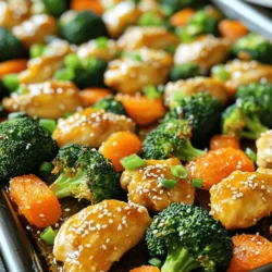 Für das köstliche Hähnchen in diesem Rezept brauche ich: - 450 g Hähnchenoberkeulen, ohne Knochen und Haut - 2 Esslöffel Olivenöl - 60 ml frisch gepresster Orangensaft - Abrieb von 1 Orange - 2 Esslöffel Sojasauce (oder Tamari für glutenfrei) - 1 Esslöffel Honig - 2 Zehen Knoblauch, fein gehackt - 1 Teelöffel frischer Ingwer, gerieben - Salz und Pfeffer nach Geschmack Für die bunte Gemüsebeilage verwende ich: - 1 Tasse Brokkoliröschen - 1 Tasse Karotten, in Scheiben geschnitten Dieses Gemüse bringt Farbe und Nährstoffe auf den Tisch. Brokkoli ist knackig und gesund. Karotten fügen eine süße Note hinzu. Die Marinade macht das Hähnchen besonders saftig und voller Geschmack. Ich mische die Zutaten in einer großen Schüssel. Olivenöl sorgt für das richtige Mundgefühl. Orangensaft und Orangenschale geben Frische. Sojasauce fügt Tiefe hinzu. Honig bringt die Süße. Knoblauch und Ingwer sorgen für einen würzigen Kick. Ich schmecke mit Salz und Pfeffer ab. Die Marinade ist der Schlüssel zu einem tollen Gericht. Heizen Sie Ihren Ofen auf 220°C vor. Legen Sie ein großes Backblech mit Backpapier aus. Das macht die Reinigung einfach. Nehmen Sie eine große Schüssel. Geben Sie die Hähnchenstücke hinein. Fügen Sie Olivenöl, Orangensaft, Orangenschale, Sojasauce, Honig, Knoblauch, Ingwer, Salz und Pfeffer hinzu. Mischen Sie alles gut. Achten Sie darauf, dass jedes Stück Hähnchen gleichmäßig bedeckt ist. Lassen Sie das Hähnchen mindestens 15 Minuten marinieren. So entfalten sich die Aromen. Während das Hähnchen mariniert, bereiten Sie das Gemüse vor. Nehmen Sie eine separate Schüssel. Geben Sie die Brokkoliröschen und Karottenscheiben hinein. Fügen Sie einen Schuss Olivenöl, Salz und Pfeffer hinzu. Mischen Sie alles gut. Verteilen Sie das marinierte Hähnchen auf einer Seite des Backblechs. Platzieren Sie den Brokkoli und die Karotten auf der anderen Seite. Achten Sie darauf, dass alles in einer einzigen Schicht liegt. So garen alle Zutaten gleichmäßig. Schieben Sie das Backblech in den vorgeheizten Ofen. Backen Sie das Gericht für 20-25 Minuten. Das Hähnchen sollte goldbraun und durchgegart sein. Überprüfen Sie die Innentemperatur. Sie sollte 75°C erreichen. Rühren Sie das Gemüse während des Garens einmal um. Nehmen Sie das Blech nach dem Backen aus dem Ofen. Lassen Sie es einige Minuten abkühlen. Servieren Sie das Orangenviehchen heiß. Garnieren Sie mit Sesamsamen und geschnittenen Frühlingszwiebeln. So erhält das Gericht zusätzlichen Crunch und Geschmack. Die beste Marinierzeit für das Hähnchen beträgt mindestens 15 Minuten. So ziehen die Aromen richtig ein. Wenn du mehr Zeit hast, lasse es bis zu einer Stunde marinieren. So wird das Hähnchen noch saftiger und schmackhafter. Die perfekte Garzeit für das Hähnchen liegt bei 20 bis 25 Minuten. Überprüfe die Innentemperatur mit einem Thermometer. Diese sollte 75°C erreichen. Wenn das Hähnchen goldbraun ist, ist es meist auch fertig. Achte darauf, das Gemüse während des Garens einmal umzurühren. Für knuspriges Gemüse lege es in einer einzigen Schicht auf das Blech. So kann die Hitze gleichmäßig zirkulieren. Verwende frisches Gemüse, da es mehr Textur und Geschmack hat. Ein kleiner Spritzer Olivenöl hilft ebenfalls, das Gemüse schön knusprig zu machen. Frische Zutaten machen einen großen Unterschied. Frischer Brokkoli und knackige Karotten bringen Farbe und Geschmack. Wenn möglich, verwende frische Orangen für den Saft und die Schale. Das gibt dem Gericht eine lebendige Frische, die du in keiner Flasche findest. {{image_4}} Wenn Sie das Gemüse für das Rezept ändern möchten, sind die Möglichkeiten endlos. Probieren Sie Zucchini, Paprika oder grüne Bohnen. Diese Gemüsesorten passen gut zu dem Hähnchen und der Marinade. Sie bringen frische Farben und Aromen auf das Blech. Schneiden Sie sie in gleich große Stücke, damit sie gleichmäßig garen. Die Marinade ist der Schlüssel zu diesem Gericht. Sie können die Sojasauce durch Teriyaki-Sauce ersetzen, um einen süßeren Geschmack zu erhalten. Für einen würzigen Kick fügen Sie etwas Chili-Paste oder Sriracha hinzu. Eine Honig-Senf-Marinade wird auch lecker sein. Experimentieren Sie, bis Sie Ihre Lieblingskombination finden! Für eine glutenfreie Version nutzen Sie Tamari anstelle von Sojasauce. Sie können auch Kokosnussaminos verwenden, die einen ähnlichen Geschmack bieten. Achten Sie bei den anderen Zutaten darauf, dass sie glutenfrei sind. So bleibt das Gericht sicher für alle, die Gluten vermeiden müssen. Du kannst die Reste des Gerichts in einem luftdichten Behälter aufbewahren. Stelle sicher, dass das Hähnchen und das Gemüse gut abgekühlt sind, bevor du sie verpackst. So bleiben die Aromen frisch. Bei richtiger Lagerung bleiben die Reste im Kühlschrank etwa 3-4 Tage genießbar. Wenn du mehr Portionen zubereitest, ist das Einfrieren eine tolle Option. Lass das Hähnchen und das Gemüse vollständig abkühlen. Dann verpacke sie in gefriergeeignete Beutel oder Behälter. Achte darauf, die Luft so gut wie möglich herauszudrücken. So bleiben die Speisen bis zu 3 Monate frisch. Beschrifte die Beutel mit Datum, damit du weißt, wie lange sie im Gefrierfach sind. Um die Reste aufzuwärmen, lege das Hähnchen und das Gemüse auf ein Backblech. Heize den Ofen auf 180°C vor. Backe das Gericht für etwa 10-15 Minuten, bis es durchgehend heiß ist. Alternativ kannst du die Reste in der Mikrowelle erwärmen. Stelle die Mikrowelle auf mittlere Stufe und erwärme sie in Intervallen von 1-2 Minuten. Rühre zwischendurch um, damit alles gleichmäßig warm wird. Das Hähnchen sollte mindestens 15 Minuten marinieren. So zieht die Marinade gut ein. Wenn du mehr Zeit hast, marinieren 30 Minuten oder sogar eine Stunde. Das macht das Hähnchen noch zarter und voller Geschmack. Ja, du kannst gefrorenes Gemüse verwenden. Achte darauf, das Gemüse vorher leicht aufzutauen. So garen sie gleichmäßiger. Frisches Gemüse hat jedoch einen besseren Geschmack und Biss. Zu diesem Gericht passen Reis oder Quinoa sehr gut. Sie nehmen die leckere Sauce auf. Ein einfacher grüner Salat ist auch eine tolle Ergänzung. Er bringt Frische und Farbe auf den Teller. Ja, du kannst das Rezept auch in der Luftfritteuse machen. Stelle die Temperatur auf 200 °C ein. Gare das Hähnchen etwa 15-20 Minuten lang. Das Gemüse kannst du auch gleichzeitig garen. So bleibt alles schön knusprig. In diesem Blogbeitrag haben wir die besten Zutaten für ein leckeres Hähnchengericht besprochen. Wir haben die Hauptzutaten, die Auswahl an Gemüse, Marinaden und Gewürze analysiert. Ich habe eine einfache Schritt-für-Schritt-Anleitung geteilt, um die Zubereitung leicht zu machen. Tipps für die besten Ergebnisse rundeten das Rezept ab. Denke an Variationen und lagere Resten richtig. Probiere es aus und genieße die Vielfalt! Jeder Biss kann köstlich sein, wenn man die richtigen Schritte beachtet.