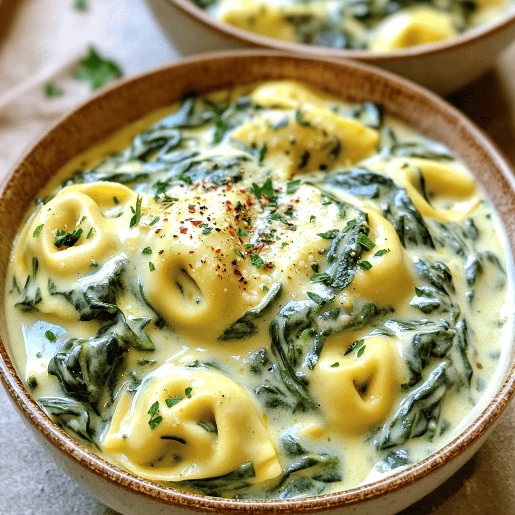 Für dieses Rezept brauchst du: - 340g Käse-Tortellini (frisch oder tiefgefroren) - 200g frischer Spinat, grob gehackt - 240ml Schlagsahne - 240ml Gemüsebrühe - 100g geriebener Parmesan - 1 Esslöffel Olivenöl - 2 Knoblauchzehen, fein gehackt - 1 Teelöffel Italienische Kräutermischung - Salz und Pfeffer nach Geschmack - Eine Prise rote Pfefferflocken (optional) Du kannst einige Zutaten leicht ersetzen. Hier sind ein paar Ideen: - Anstelle von Käse-Tortellini benutze Pilz-Tortellini oder Spinat-Tortellini. - Verwende Kokosmilch statt Schlagsahne für eine leichtere Sauce. - Für mehr Aroma füge frische Kräuter wie Basilikum oder Petersilie hinzu. - Ersetze den Parmesan durch einen anderen Hartkäse, wie Pecorino. Die Nährwerte für eine Portion (bei 4 Portionen insgesamt) sind ungefähr: - Kalorien: 450 kcal - Fett: 25g - Kohlenhydrate: 45g - Eiweiß: 15g Diese Angaben können je nach Zutaten variieren. Achte darauf, frische Zutaten zu wählen, um die Nährwerte zu optimieren. Zuerst erhitze das Olivenöl in einem großen Topf. Ich wähle mittlere Hitze, so kann ich den Knoblauch gut anbraten. Füge die fein gehackten Knoblauchzehen hinzu. Brate sie für etwa eine Minute. Achte darauf, dass sie nicht verbrennen. Der Duft ist einfach köstlich! Sobald der Knoblauch fertig ist, gieße die Gemüsebrühe in den Topf. Lass sie sanft köcheln. Jetzt kommen die Käse-Tortellini ins Spiel! Gib sie in den Topf und koche sie gemäß der Packungsanweisung. Frische Tortellini brauchen etwa 3-5 Minuten, tiefgefrorene etwa 7-10 Minuten. Sie sollten zart sein. Jetzt wird es spannend! Reduziere die Hitze auf niedrig. Füge die Schlagsahne und den geriebenen Parmesan hinzu. Rühre gut um, bis der Käse schmilzt. Das dauert etwa 2-3 Minuten. Danach kommt der grob gehackte Spinat und die Italienische Kräutermischung dazu. Koche alles für weitere 1-2 Minuten, bis der Spinat zusammenfällt. Vergiss nicht, mit Salz, Pfeffer und optionalen roten Pfefferflocken zu würzen. Rühre alles gut um und genieße die Aromen! Um die Sauce perfekt zu machen, achte auf die Hitze. Zu hohe Hitze kann die Sahne gerinnen. Halte die Hitze niedrig, wenn du die Sahne und den Parmesan hinzufügst. Rühre die Mischung gut um. So bleibt die Sauce schön cremig und glatt. Du kannst auch etwas mehr Parmesan hinzufügen, wenn du einen intensiveren Geschmack willst. Jeder hat einen anderen Geschmack. Probiere verschiedene Gewürze aus. Füge mehr italienische Kräuter hinzu, um den Geschmack zu verstärken. Eine Prise Muskatnuss kann der Sauce auch eine besondere Note geben. Wenn du es scharf magst, erhöhe die Menge der roten Pfefferflocken. Taste die Sauce ab und passe sie nach deinem Wunsch an. Wenn du die Zubereitungszeit verkürzen willst, nutze frische Tortellini. Diese kochen schneller und sind in der Regel zarter. Bereite alle Zutaten im Voraus vor. Hacke den Spinat und den Knoblauch, bevor du mit dem Kochen beginnst. So sparst du Zeit, wenn alles bereit ist. {{image_4}} Du kannst verschiedene Gemüsearten zu deinen Tortellini hinzufügen. Brokkoli, Zucchini oder Erbsen passen gut. Diese Gemüsesorten bringen Farbe und zusätzliche Nährstoffe in dein Gericht. Sie sind einfach zuzubereiten. Füge sie während des Kochens der Tortellini hinzu. So garen sie perfekt und bleiben knackig. Statt Tortellini kannst du auch andere Teigwaren verwenden. Penne, Fusilli oder Farfalle sind gute Alternativen. Diese Teigwaren haben unterschiedliche Formen und Texturen. Sie nehmen die Sauce gut auf. Koche sie einfach nach den Anweisungen auf der Verpackung. Die Garzeiten können variieren, also achte darauf. Für eine glutenfreie Option wähle glutenfreie Tortellini oder Teigwaren. Viele Marken bieten leckere Alternativen an. Du kannst auch Zucchini-Nudeln oder Reisnudeln verwenden. Diese Optionen sind leicht und gesund. Sie passen gut zur cremigen Sauce. Achte darauf, die Kochzeit anzupassen, um die beste Konsistenz zu erreichen. Um die Reste der One-Pot-Cremigen Spinat Tortellini richtig zu kühlen, lasse sie zuerst auf Raumtemperatur abkühlen. Danach fülle die Tortellini in einen luftdichten Behälter. So bleiben sie frisch. Du kannst sie im Kühlschrank bis zu drei Tage aufbewahren. Achte darauf, die Reste nicht länger stehen zu lassen. Wenn du die Tortellini länger aufbewahren möchtest, kannst du sie einfrieren. Fülle die abgekühlten Tortellini in einen gefrierfesten Behälter oder einen Zip-Beutel. Vergiss nicht, die Luft aus dem Beutel zu drücken, um Frost zu vermeiden. So bleiben sie bis zu drei Monate gut. Beschrifte den Behälter mit dem Datum, damit du immer weißt, wie lange sie schon eingefroren sind. Um die Tortellini aufzuwärmen, kannst du sie direkt aus dem Kühlschrank oder dem Gefrierfach verwenden. Wenn sie gefroren sind, lasse sie zuerst im Kühlschrank auftauen. Erhitze sie dann in einem Topf bei niedriger Hitze. Füge einen Schuss Gemüsebrühe oder Sahne hinzu, damit die Sauce nicht zu dick wird. Rühre gut um, bis alles warm ist. So bleiben die Aromen frisch und lecker. Die Zubereitung von Tortellini dauert insgesamt etwa 20 Minuten. Die Vorbereitungszeit ist etwa 10 Minuten. Das Kochen der Tortellini selbst dauert 3 bis 10 Minuten. Frische Tortellini benötigen 3 bis 5 Minuten, während tiefgefrorene 7 bis 10 Minuten brauchen. Ja, du kannst die Sauce leicht vegan machen. Ersetze die Schlagsahne durch eine pflanzliche Alternative, wie Kokosmilch oder Hafercreme. Verwende auch einen veganen Käse oder lass den Käse ganz weg. Die Aromen bleiben trotzdem stark und lecker. Der beste Käse für diese Sauce ist frischer Parmesan. Er schmilzt gut und gibt einen tollen Geschmack. Du kannst auch Pecorino oder Grana Padano verwenden. Diese Käse sind ebenfalls würzig und passen gut zu den Tortellini. In diesem Artikel habe ich die wichtigsten Zutaten für Tortellini behandelt. Sie lernen, welche Zutaten wichtig sind und wie Sie diese nach eigenen Wünschen anpassen können. Ich habe eine einfache Schritt-für-Schritt-Anleitung für die Zubereitung gegeben. Tipps helfen Ihnen, die Sauce zu perfektionieren. Zudem habe ich Ihnen Variationen und Lagerungshinweise vorgestellt. Kochen kann einfach und kreativ sein. Genießen Sie das Kochen und kommen Sie mit neuen Ideen zu Tisch!