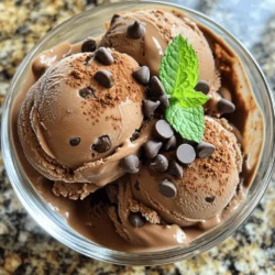 Für dieses leckere Espresso Schokoladenstückchen-Eiscreme-Rezept brauche ich: - 500 ml Schlagsahne - 250 ml Vollmilch - 200 g Zucker - 2 Esslöffel Instant-Espressopulver - 1 Teelöffel Vanilleextrakt - 150 g Zartbitterschokoladendrops - Eine Prise Meersalz Diese Zutaten sind einfach zu finden und machen das Eis sehr cremig und schokoladig. Falls du keine Schlagsahne hast, kannst du auch Kokoscreme nehmen. Das gibt dem Eis einen leichten Kokosgeschmack. Wenn du den Zucker reduzieren möchtest, benutze Honig oder Agavendicksaft. Diese Alternativen sind gesünder und verleihen dem Eis eine süße Note. Für eine vegane Version kannst du pflanzliche Milch verwenden, wie Mandel- oder Hafermilch. Hier sind die Nährwertinformationen für eine Portion (bei 6 Portionen): - Kalorien: ca. 380 kcal - Fett: 29 g - Kohlenhydrate: 30 g - Zucker: 26 g - Eiweiß: 4 g Diese Nährwerte können je nach Zutaten variieren. Achte darauf, frische und hochwertige Zutaten zu verwenden. So bekommst du das beste Ergebnis. Zuerst mischen wir die Hauptzutaten. Nehmen Sie einen mittleren Topf. Geben Sie 500 ml Schlagsahne, 250 ml Vollmilch und 200 g Zucker hinein. Erhitzen Sie die Mischung bei mittlerer Hitze. Rühren Sie regelmäßig um, bis der Zucker schmilzt. Achten Sie darauf, dass die Mischung nicht kocht. Das ist wichtig für die Textur. Nehmen Sie den Topf vom Herd. Fügen Sie 2 Esslöffel Instant-Espressopulver und 1 Teelöffel Vanilleextrakt hinzu. Rühren Sie gut um, bis das Espressopulver komplett aufgelöst ist. Dies gibt dem Eis seinen starken Geschmack. Lassen Sie die Mischung auf Zimmertemperatur abkühlen. Dann decken Sie den Topf ab und stellen ihn für mindestens 2 Stunden in den Kühlschrank. So wird die Mischung richtig kühl. Das Kühlen ist ein wichtiger Schritt. Lassen Sie die Mischung mindestens 2 Stunden im Kühlschrank. So kann sie die Aromen gut aufnehmen. Wenn die Mischung kalt ist, ist sie bereit für die Eismaschine. Nach dem Kühlen übertragen Sie die Mischung in die Eismaschine. Das Eis braucht Zeit, um richtig fest zu werden. Sehen Sie sich die Anleitung Ihrer Eismaschine an, um die besten Ergebnisse zu erzielen. Gießen Sie die kalte Mischung in die Eismaschine. Schalten Sie die Maschine ein und rühren Sie, bis das Eis dick wird. Dies dauert in der Regel 20 bis 30 Minuten. Kurz bevor das Eis fertig ist, fügen Sie 150 g Zartbitterschokoladendrops hinzu. So verteilen sich die Schokoladenstückchen gleichmäßig. Sobald das Eis eine cremige Konsistenz erreicht hat, geben Sie es in einen luftdichten Behälter. Frieren Sie das Eis für mindestens 4 Stunden ein, bis es fest wird. Vor dem Servieren lassen Sie das Eis 5-10 Minuten bei Zimmertemperatur stehen. So wird es leichter portionierbar. Um die perfekte Konsistenz für Ihr Espresso-Schokoladenstückchen-Eis zu erreichen, ist die Kühlzeit entscheidend. Kühl die Mischung nach dem Kochen gut, bis sie Zimmertemperatur hat. Dann lasse sie mindestens zwei Stunden im Kühlschrank ruhen. Dies sorgt dafür, dass das Eis beim Gefrieren schön cremig wird. Wenn du die Eismaschine verwendest, achte darauf, die Mischung gut zu rühren, bis sie dick wird. Die Schokoladendrops sollten in den letzten Minuten hinzugefügt werden, damit sie gleichmäßig verteilt sind. Für eine schöne Präsentation serviere das Eis in gekühlten Schalen. Du kannst das Eis mit einem Hauch Kakaopulver oder zusätzlichen Schokoladendrops garnieren. Ein frisches Minzblatt fügt nicht nur Farbe hinzu, sondern bringt auch einen frischen Geschmack. Dies macht dein Dessert noch einladender und verlockender. Vor dem Servieren solltest du das Eis etwa 5-10 Minuten bei Zimmertemperatur stehen lassen. So wird es leichter portionierbar und behält eine schöne, cremige Textur. Verwende einen warmen Eisportionierer, um perfekte Kugeln zu formen. Ein warmer Löffel gleitet leichter durch das gefrorene Eis und sorgt für ein tolles Ergebnis. {{image_4}} Um eine vegane Version von Espresso Schokoladenstückchen-Eiscreme zu machen, tauschen Sie die Milchprodukte aus. Verwenden Sie statt Schlagsahne eine pflanzliche Sahne. Kokos-, Soja- oder Hafercreme sind tolle Optionen. Für die Milch können Sie Mandel- oder Hafermilch nehmen. Stellen Sie sicher, dass das verwendete Espresso-Pulver auch vegan ist. Diese Zutaten geben Ihnen eine cremige Textur ohne tierische Produkte. Lust auf etwas mehr Kaffee? Fügen Sie einfach mehr Instant-Espressopulver hinzu. Sie können auch Kaffeebohnen verwenden. Mahlen Sie sie grob und mischen Sie sie in die Eismischung. Ein bisschen Kaffeelikör kann ebenfalls einen tollen Geschmack hinzufügen. Diese Variationen bieten Ihnen ein intensiveres Kaffeeerlebnis. Sie können sogar verschiedene Kaffeesorten ausprobieren, um neue Geschmäcker zu entdecken. Haben Sie Lust auf etwas Neues? Versuchen Sie, Nüsse wie Mandeln oder Haselnüsse hinzuzufügen. Diese geben dem Eis einen knackigen Biss. Sie können auch Karamellstückchen oder Kakaonibs einmischen. Diese Zutaten sorgen für mehr Textur und Geschmack. Eine Prise Zimt kann ebenfalls eine interessante Note bringen. Seien Sie kreativ und passen Sie das Eis an Ihre Vorlieben an. Lagere dein Espresso Schokoladenstückchen-Eis in einem luftdichten Behälter. So bleibt es frisch. Achte darauf, möglichst wenig Luft im Behälter zu lassen. Das verhindert Eisbildung. Du kannst auch Frischhaltefolie direkt auf die Eisoberfläche legen. Dadurch bleibt die Textur glatt. Dein Eis bleibt im Gefrierfach etwa zwei bis drei Monate gut. Nach dieser Zeit kann der Geschmack nachlassen. Um die beste Qualität zu sichern, genieße es schnell. Stelle sicher, dass der Behälter immer gut verschlossen ist. Wenn das Eis zu hart wird, lass es vor dem Servieren stehen. Warte fünf bis zehn Minuten bei Zimmertemperatur. So wird es leichter portionierbar. Du kannst auch eine Kelle in warmes Wasser tauchen. Das hilft, das Eis besser zu formen. Wenn du keine Eismaschine hast, keine Sorge! Du kannst trotzdem leckeres Eis machen. Gieße die abgekühlte Mischung in eine flache Schüssel. Stelle sie in den Gefrierschrank. Rühre alle 30 Minuten mit einer Gabel um. Wiederhole dies für etwa 3 bis 4 Stunden. Das sorgt dafür, dass das Eis cremig bleibt. Das Eis braucht mindestens 4 Stunden im Gefrierfach, um fest zu werden. Ich empfehle, es über Nacht einzufrieren. So erhältst du die beste Konsistenz. Vor dem Servieren lass es 5-10 Minuten bei Raumtemperatur stehen. So wird es leichter zu portionieren. Ja, du kannst den Zucker reduzieren. Probiere, nur 150 g Zucker zu verwenden. Du kannst auch andere Süßstoffe nutzen, wie Honig oder Agavendicksaft. Achte darauf, dass diese Alternativen den Geschmack nicht verändern. Ein wenig Meersalz kann die Süße ausgleichen und den Geschmack verbessern. Du hast nun alles, was du über die Herstellung von Eis wissen musst. Wir haben die benötigten Zutaten, Mengen und Nährwerte besprochen. Die Schritt-für-Schritt-Anleitung sorgt für klare Schritte. Wenn du unsere Tipps befolgst, erreichst du die perfekte Konsistenz. Variationen und Lagerinformationen helfen dir, kreativ zu bleiben. Teste die Antworten auf häufige Fragen und finde neue Möglichkeiten. Jetzt kannst du mit Freude dein eigenes Eis zubereiten und genießen!