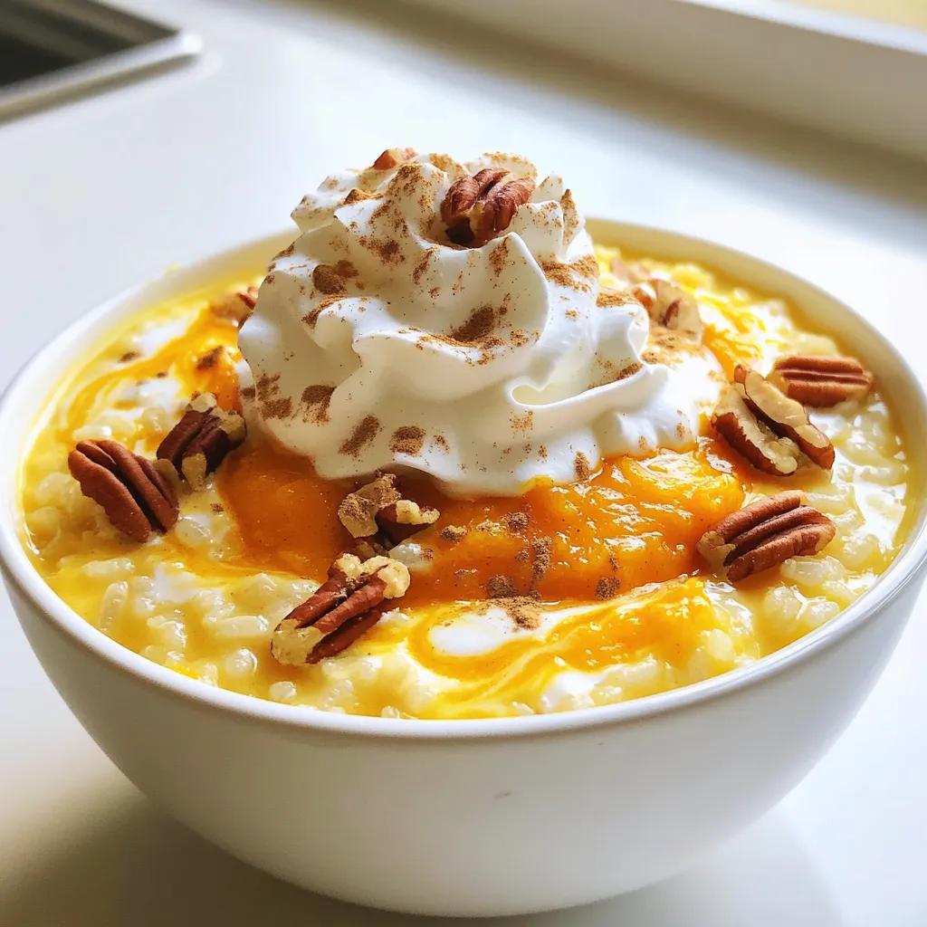 - 1 Tasse Arborio-Reis - 4 Tassen Vollmilch - 1/2 Tasse Kürbispüree Die Hauptzutaten sind wichtig für die Textur und den Geschmack des Puddings. Arborio-Reis gibt eine cremige Konsistenz. Vollmilch sorgt für einen reichen Geschmack. Kürbispüree bringt die Herbstnote. Diese Zutaten sind leicht zu finden und einfach zu nutzen. - 1 Teelöffel gemahlener Zimt - 1/2 Teelöffel gemahlene Muskatnuss - 1/2 Teelöffel Ingwerpulver Die Gewürze machen den Pudding besonders. Zimt gibt eine süße Wärme. Muskatnuss fügt Tiefe hinzu. Ingwerpulver bringt eine leichte Schärfe. Diese Kombination macht den Pudding unwiderstehlich. - 1/2 Tasse Zucker - 1 Teelöffel Vanilleextrakt - Schlagsahne (zum Servieren) Zucker süßt den Pudding. Vanilleextrakt gibt einen feinen Duft. Schlagsahne macht das Dessert noch leckerer. Diese Zutaten sind nicht nur lecker, sondern auch einfach zu verwenden. - Nehmen Sie einen mittelgroßen Topf. Geben Sie 1 Tasse Arborio-Reis und 1 Tasse Vollmilch hinein. - Erhitzen Sie die Mischung bei mittlerer Hitze. Rühren Sie oft um, bis die Milch köchelt. - Reduzieren Sie die Hitze. Decken Sie den Topf ab und lassen Sie den Reis 15 Minuten garen. Rühren Sie gelegentlich um, damit der Reis nicht anklebt. - In einer separaten Schüssel mischen Sie die restlichen 3 Tassen Vollmilch, 1/2 Tasse Kürbispüree, 1/2 Tasse Zucker, 1 Teelöffel Vanilleextrakt, 1 Teelöffel Zimt, 1/2 Teelöffel Muskatnuss, 1/2 Teelöffel Ingwerpulver und eine Prise Salz. - Nehmen Sie einen Schneebesen und rühren Sie die Zutaten gut zusammen, bis sie gleichmäßig vermischt sind. - Gießen Sie die Kürbismischung in den Topf mit dem gekochten Reis. - Rühren Sie ständig um, um die Zutaten gut zu verbinden. - Kochen Sie bei niedriger Hitze für 10 bis 15 Minuten. Rühren Sie oft um, bis der Pudding die gewünschte Konsistenz hat. Um eine perfekte Cremigkeit zu erreichen, achte auf die richtige Hitze. Beginne mit mittlerer Hitze, damit die Milch köchelt. Reduziere dann die Hitze und decke den Topf ab. Das hilft dem Reis, die Flüssigkeit gut aufzunehmen. Rühre während des Kochens regelmäßig um. So verhinderst du, dass der Reis am Boden anklebt. Ein weiterer Tipp: Lass den Pudding nach dem Kochen einige Minuten ruhen. Dadurch wird er dicker und cremiger. Wenn du die Konsistenz anpassen möchtest, füge mehr Milch hinzu. So bekommst du die gewünschte Cremigkeit. Für die Garnierung kannst du Schlagsahne verwenden. Ein Klecks Schlagsahne macht den Pudding noch leckerer. Röste Pekannüsse oder Walnüsse und streue sie über den Pudding. So erhältst du einen tollen Crunch und zusätzlichen Geschmack. Du kannst den Pudding sowohl warm als auch kalt servieren. Warm schmeckt er besonders gut an kalten Tagen. Kalt ist er ein erfrischendes Dessert im Sommer. Probiere beide Varianten aus und finde deine Lieblingsart. Wenn du den Pudding im Voraus zubereiten möchtest, ist das ganz einfach. Koche den Pudding am Vortag und lass ihn abkühlen. Dann füllst du ihn in einen Behälter und stellst ihn in den Kühlschrank. Für die Aufbewahrung ist es wichtig, den Pudding gut abzudecken. So bleibt er frisch. Reste kannst du bis zu drei Tage im Kühlschrank lagern. Wenn du ihn wieder aufwärmst, füge einfach etwas Milch hinzu, um die Cremigkeit zurückzubringen. {{image_4}} Eine einfache Möglichkeit, den Kürbispudding gesünder zu machen, ist die Verwendung von pflanzlicher Milch. Mandel-, Hafer- oder Kokosmilch sind tolle Optionen. Sie geben dem Pudding einen neuen Geschmack und sind oft kalorienärmer. Außerdem kannst du den Zuckergehalt reduzieren. Statt einer halben Tasse Zucker kannst du weniger verwenden oder natürliche Süßstoffe probieren. Honig oder Ahornsirup sind gute Alternativen, die deinem Pudding auch einen interessanten Geschmack verleihen. Um den Pudding aufregender zu machen, füge Trockenfrüchte wie Rosinen oder Cranberries hinzu. Diese bringen Süße und Textur. Auch Schokolade passt gut. Kleine Schokoladenstückchen schmelzen leicht und machen den Pudding noch köstlicher. Experimentiere mit verschiedenen Gewürzen. Neben Zimt und Muskatnuss kannst du auch Nelken oder Kardamom verwenden. Diese Gewürze geben dem Pudding eine besondere Note. Frischer Kürbis bringt noch mehr Geschmack in dein Gericht. Im Herbst kannst du selbstgemachtes Kürbispüree verwenden. Das ist einfach und macht den Pudding frischer. Passe die Gewürze je nach Jahreszeit an. Im Winter sind warme Gewürze wie Ingwer perfekt. Im Frühling kannst du milde Aromen wie Vanille ausprobieren. So bleibt der Pudding das ganze Jahr über spannend. Um deinen Kürbispudding frisch zu halten, lagere ihn im Kühlschrank. Die optimale Temperatur liegt bei etwa 4 °C. Decke den Pudding gut ab, um Gerüche zu vermeiden. In einem luftdichten Behälter bleibt er bis zu 4 Tage frisch. Achte darauf, Reste nicht länger als nötig zu lagern. So bleibt der Geschmack und die Cremigkeit erhalten. Wenn du mehr Pudding hast, kannst du ihn einfrieren. Teile ihn in Portionen auf und fülle sie in gefriergeeignete Behälter. Achte darauf, etwas Platz zu lassen, da der Pudding beim Einfrieren expandiert. So bleibt der Pudding bis zu 2 Monate haltbar. Zum Auftauen nimm den Pudding einfach aus dem Gefrierfach und stelle ihn im Kühlschrank über Nacht. Zum Wiedererwärmen kannst du ihn in einem Topf bei niedriger Hitze oder in der Mikrowelle aufwärmen. Rühre gut um, um die Cremigkeit wiederherzustellen. Um den Geschmack deines Kürbispuddings zu verbessern, kannst du verschiedene Dinge tun. Du könntest mehr Zimt oder Muskatnuss hinzufügen. Diese Gewürze verstärken den warmen, herbstlichen Geschmack. Wenn du es süßer magst, füge etwas mehr Zucker hinzu. Für etwas mehr Tiefe kannst du auch einen Schuss Ahornsirup verwenden. Experimentiere mit den Mengen, bis es dir am besten schmeckt! Ja, du kannst andere Reissorten ausprobieren. Arborio-Reis ist ideal, weil er cremig wird. Jasminreis oder Basmati können auch verwendet werden, bieten jedoch einen anderen Geschmack und eine andere Textur. Bedenke, dass diese Sorten weniger Stärke haben. Das kann den Pudding weniger cremig machen. Wenn du Vollkornreis verwendest, wird er gesünder, braucht aber mehr Kochzeit. Der Reispudding hält sich im Kühlschrank etwa 3 bis 5 Tage. Stelle sicher, dass du ihn in einem luftdichten Behälter aufbewahrst. So bleibt er frisch. Wenn du ihn länger aufbewahren möchtest, kannst du ihn auch einfrieren. Achte darauf, ihn gut zu verpacken, um Gefrierbrand zu vermeiden. Dieser Artikel zeigt, wie man einen köstlichen Reispudding zubereitet. Wir haben die Hauptzutaten wie Arborio-Reis und Kürbispüree besprochen. Die Schritt-für-Schritt-Anleitung erklärt, wie man den Reis kocht und die Mischung zubereitet. Tipp und Tricks helfen dir, die perfekte Konsistenz zu erreichen. Du kannst auch Variationen ausprobieren, um es gesünder oder saisonal anzupassen. Die Aufbewahrungshinweise stellen sicher, dass du deinen Pudding lange genießen kannst. Probiere es aus und entdecke den leckeren Geschmack!