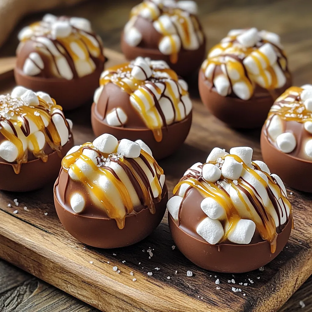 Um die besten Salted Caramel Hot Chocolate Bombs zu machen, brauchst du: - 1 Tasse Milchschokoladenstückchen - 1 Tasse weiße Schokoladenstückchen - 1 Tasse heiße Schokoladenmischung - ½ Tasse Karamellsauce (plus extra zum Drizzeln) - Meersalzflocken - Mini-Marshmallows Die Zutatenmengen sind wichtig. Eine Tasse hat etwa 240 ml. Dies sorgt für die richtige Balance. Zu viel oder zu wenig kann den Geschmack ändern. Die Karamellsauce bringt die Süße. Die Meersalzflocken geben den perfekten Kontrast. Verwende frische Mini-Marshmallows für die beste Textur. Die Qualität der Zutaten macht einen großen Unterschied. Verwende echte Schokolade, nicht Schokoladenstückchen mit Füllstoffen. Hochwertige Milchschokolade gibt einen reichhaltigen Geschmack. Weiße Schokolade sollte cremig sein. Achte auf eine dicke Karamellsauce, die gut fließt. Das Meersalz sollte grob sein, um schön crunchy zu sein. Gute Zutaten machen deine Bomben besonders lecker. Beginne mit der Schokolade. Nimm eine mikrowellengeeignete Schüssel. Füge die Milchschokoladenstückchen hinzu. Schmelze sie in der Mikrowelle. Mache das in 30-Sekunden-Intervallen. Rühre die Schokolade zwischendurch um. Sie sollte glatt und cremig sein. Nimm nun eine Silikonform für Halbformen. Gib die geschmolzene Milchschokolade in die Vertiefungen. Achte darauf, die Seiten gleichmäßig zu bedecken. Verwende die Rückseite eines Löffels. So erreichst du die Kanten gut. Stelle die Form für 10 bis 15 Minuten in den Kühlschrank. Die Schokolade muss fest werden. Sobald die Schalen fest sind, nimm die Form aus dem Kühlschrank. Löse die Schokoladenschalen vorsichtig heraus. In die Hälfte der Schalen gibst du einen Löffel heiße Schokoladenmischung. Füge einen Schuss Karamellsauce und eine Prise Meersalz hinzu. Dann kommen die Mini-Marshmallows dazu. Erhitze einen Teller für einige Sekunden in der Mikrowelle. Lege eine leere Schokoladenhälfte mit der Öffnung nach unten auf den warmen Teller. Das schmilzt die Kante leicht. Setze sie schnell auf die gefüllte Hälfte, um sie zu versiegeln. Wiederhole diesen Schritt mit den restlichen Schalen. Um deine Köstlichkeit zu genießen, lege eine heiße Schokoladenbombe in eine Tasse. Gieße heiße Milch oder heißes Wasser darüber. Schaue zu, wie die Bombe langsam schmilzt. Rühre gut um und genieße die leckere schwarze Karamell-Hot-Chocolate! Ein häufiger Fehler ist, die Schokolade zu überhitzen. Bei zu hoher Hitze wird sie klumpig und bricht. Verwende immer die Mikrowelle in kurzen Intervallen. Rühre zwischendurch, um die Temperatur zu prüfen. Ein weiterer Fehler ist, die Schokoladenschalen nicht dick genug zu machen. Achte darauf, die Schokolade gleichmäßig aufzutragen, damit sie stabil bleibt. Um Schokolade perfekt zu schmelzen, benutze eine mikrowellengeeignete Schüssel. Stelle die Mikrowelle auf niedrige Leistung ein. Schmelze die Schokolade in 30-Sekunden-Intervallen. Rühre die Schokolade gut um, bis sie komplett flüssig und glänzend ist. Alternativ kannst du ein Wasserbad verwenden. Das bietet gleichmäßige Wärme und verhindert das Anbrennen. Für die Dekoration schmelze die weiße Schokolade und träufle sie über die Bomben. Dies gibt einen schönen Kontrast zur dunklen Schokolade. Streue eine Prise Meersalz auf die Oberseite. Das verstärkt den Geschmack von Karamell und Schokolade. Du kannst auch etwas Karamellsauce darüber geben. Das sorgt für einen schönen Glanz und zusätzlichen Geschmack. {{image_4}} Du kannst die Füllung deiner Hot Chocolate Bombs ganz leicht anpassen. Neben der klassischen heißen Schokoladenmischung sind viele andere Optionen möglich. Probiere zum Beispiel: - Nuss-Nougat-Creme für einen reichhaltigen Geschmack. - Pfefferminzschnaps für eine frische Note. - Erdnussbutter für eine süße, salzige Mischung. Jede dieser Füllungen bietet dir eine neue Geschmackserfahrung. Du kannst auch verschiedene Aromen kombinieren, um deine eigene Kreation zu gestalten. Wenn du vegane oder glutenfreie Varianten möchtest, ist das ganz einfach. Wähle einfach die richtigen Zutaten aus: - Nutze dunkle Schokolade ohne Milch für die Schalen. - Für die heiße Schokoladenmischung kannst du pflanzliche Milchpulver verwenden. - Achte darauf, glutenfreie Mini-Marshmallows zu wählen. So kannst du alle in deiner Familie glücklich machen, egal welche Diät sie befolgen. Die Dekoration deiner Hot Chocolate Bombs macht sie noch besonderer. Hier sind einige Ideen: - Verwende bunte Streusel oder essbare Glitzer für einen festlichen Look. - Füge Karamellsauce als Topping hinzu, um den Geschmack zu verstärken. - Nutze Kakaopulver oder Zimt, um eine zusätzliche Geschmacksnote zu geben. Deine Bomben sehen so nicht nur toll aus, sie schmecken auch himmlisch! Um die Salted Caramel Hot Chocolate Bombs frisch zu halten, lagere sie in einem luftdichten Behälter. Stelle sicher, dass der Behälter trocken und kühl ist. Ein Kühlschrank ist nicht nötig, da die Bomben bei Raumtemperatur gut bleiben. Achte darauf, dass die Bomben nicht zerdrückt werden. Verwende Pergamentpapier zwischen den Schichten, falls nötig. Diese köstlichen Bomben halten sich bis zu zwei Wochen. Du kannst sie einfach aufbewahren und bei Bedarf genießen. Wenn du Reste hast, kannst du sie auch in heißer Schokolade verwenden. Zerbrich eine Bombe und füge sie direkt in heiße Milch hinzu. So erhältst du einen schnellen und leckeren Genuss. Wenn du Zutaten übrig hast, bewahre sie gut auf. Schokolade kann erneut geschmolzen werden, wenn sie nicht verbrannt ist. Karamellsauce lässt sich ebenfalls aufbewahren. Fülle sie in ein Glas und lagere es im Kühlschrank. So kannst du die Sauce für andere Rezepte verwenden oder sie zu Eiscreme hinzufügen. Die Hot Chocolate Bombs halten sich bis zu zwei Wochen. Lagere sie in einem luftdichten Behälter. So bleiben sie frisch und lecker. Vermeide direkte Sonneneinstrahlung und Hitzequellen. Ja, du kannst die Schokolade im Voraus schmelzen. Schmelze sie einfach und lasse sie abkühlen. Danach kannst du sie in den Kühlschrank stellen. Achte darauf, dass sie gut abgedeckt ist, damit sie nicht austrocknet. Die Zutaten findest du in jedem Supermarkt. Schau in der Backabteilung nach Schokoladenstückchen und Karamellsauce. Mini-Marshmallows gibt es oft im Süßigkeitenregal. Meersalzflocken sind in der Gewürzabteilung zu finden. Wenn du keine Karamellsauce hast, probiere Schokoladensauce oder Honig. Diese Alternativen geben ebenfalls einen süßen Geschmack. Für einen anderen Twist kannst du Erdnussbutter verwenden. In diesem Blogbeitrag haben wir die wichtigsten Zutaten für Hot Chocolate Bombs betrachtet. Ich habe erklärt, wie man die Schokolade schmelzen, sie in Formen füllen und dekorieren kann. Zudem gab ich Tipps zu häufigen Fehlern und Varianten, wie vegane Optionen. Vergiss nicht die richtige Lagerung, damit deine Bomben frisch bleiben. Bei der Zubereitung kannst du kreativ sein. Probier verschiedene Füllungen und Dekorationen aus. Jetzt ist es an der Zeit, deine eigenen Bomben zu machen und zu genießen!