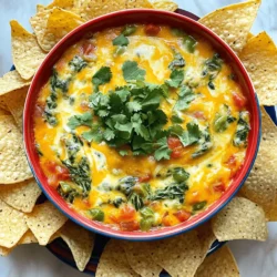 Für den perfekten Pepper Jack Spinat Queso Dip benötigst du die folgenden Zutaten: - 1 Tasse geriebener Pepper Jack Käse - 1 Tasse geriebener scharfer Cheddar Käse - 1 Tasse frischer Spinat, grob gehackt - 1 Dose (425 g) gewürfelte Tomaten mit grünen Chilischoten, abgetropft - 1/2 Tasse Frischkäse, in Würfeln - 1/4 Tasse Milch (vorzugsweise Vollmilch oder 2%) - 1 kleine Zwiebel, fein gehackt - 2 Knoblauchzehen, gehackt - 1 Esslöffel Olivenöl - 1 Teelöffel gemahlener Kreuzkümmel - Salz und Pfeffer nach Geschmack - Tortilla-Chips zum Servieren Diese Zutaten sind die Basis für deinen Dip. Sie sorgen für einen tollen Geschmack und eine cremige Konsistenz. Du kannst den Dip nach Belieben anpassen. Hier sind einige Ideen: - Füge Jalapeños hinzu für extra Schärfe. - Verwende schwarze Bohnen für mehr Protein. - Setze auf Avocado für eine cremige Note. - Mische in den Dip gebratene Pilze oder Paprika für mehr Textur. Diese Optionen geben deinem Dip eine persönliche Note und Vielfalt. Frische Zutaten bringen mehr Geschmack. Frischer Spinat hat ein kräftigeres Aroma. Verarbeitete Zutaten wie Dosen-Tomaten sind bequem und schnell. Achte darauf, die Qualität zu wählen. Wenn du frische Zutaten verwendest, achte auf die Saison. Diese Faktoren können die Frische und den Geschmack deines Dips stark beeinflussen. Zuerst sammeln wir alle Zutaten. Du brauchst: - 1 Tasse geriebener Pepper Jack Käse - 1 Tasse geriebener scharfer Cheddar Käse - 1 Tasse frischer Spinat, grob gehackt - 1 Dose (425 g) gewürfelte Tomaten mit grünen Chilischoten, abgetropft - 1/2 Tasse Frischkäse, in Würfeln - 1/4 Tasse Milch (vorzugsweise Vollmilch oder 2%) - 1 kleine Zwiebel, fein gehackt - 2 Knoblauchzehen, gehackt - 1 Esslöffel Olivenöl - 1 Teelöffel gemahlener Kreuzkümmel - Salz und Pfeffer nach Geschmack - Tortilla-Chips zum Servieren Stelle sicher, dass alles bereit ist. Das macht den Kochprozess viel einfacher. Jetzt erhitzen wir das Olivenöl in einer mittleren Pfanne. Nach ein paar Sekunden fügen wir die Zwiebeln hinzu. Brate die Zwiebeln 3-4 Minuten lang, bis sie durchsichtig sind. Dann kommt der gehackte Knoblauch dazu. Rühre gut um, damit der Knoblauch nicht anbrennt. Das Aroma wird fantastisch sein! Reduziere die Hitze und gib den Spinat in die Pfanne. Koche ihn nur 2 Minuten, bis er verwelkt. In einem großen Topf vermischst du dann den Frischkäse, die Milch und die gewürfelten Tomaten. Rühre alles bei mittlerer Hitze, bis die Mischung cremig ist. Füge nun nach und nach die Käsesorten hinzu. Rühre ständig, bis der Käse schmilzt. Schließlich gib die Zwiebel-Knoblauch-Spinat-Mischung sowie den Kreuzkümmel, Salz und Pfeffer dazu. Rühre alles gut durch und koche es 2-3 Minuten weiter. So wird der Dip schön heiß und alle Aromen verbinden sich. Ein häufiger Fehler ist, die Hitze zu hoch einzustellen. Das kann den Käse anbrennen. Achten Sie darauf, dass der Queso Dip schön cremig bleibt. Ein weiterer Fehler ist, den Spinat zu lange zu kochen. Kochen Sie ihn nur, bis er verwelkt. So bleibt er frisch und grün. Servieren Sie den Dip warm in einer bunten Schüssel. Das sieht einladend aus. Garnieren Sie ihn mit frisch gehacktem Koriander. Stellen Sie knusprige Tortilla-Chips rund um die Schüssel. So hat jeder einen einfachen Zugang zum Dip. Sie können auch kleine Schalen anbieten, damit jeder dippen kann. Lassen Sie den Dip abkühlen, bevor Sie ihn aufbewahren. Füllen Sie ihn in einen luftdichten Behälter. Im Kühlschrank hält er bis zu fünf Tage. Zum Aufwärmen geben Sie ihn in einen Topf. Erwärmen Sie ihn bei niedriger Hitze und rühren Sie häufig um. So bleibt der Dip cremig und lecker. {{image_4}} Für vegane oder milchfreie Alternativen kann ich pflanzliche Käsealternativen empfehlen. Nutze Cashewkäse oder Mandelkäse. Diese Optionen bieten tollen Geschmack und Cremigkeit. Statt Milch kannst du Mandel- oder Hafermilch verwenden. Auch Frischkäse lässt sich durch pflanzliche Varianten ersetzen. Diese Optionen sorgen für einen leckeren Dip ohne tierische Produkte. Wenn du es scharf magst, füge Jalapeños oder andere Chilis hinzu. Du kannst frische oder eingelegte Jalapeños verwenden. Schneide sie klein und mische sie in den Dip. Für extra Schärfe empfehle ich Chipotle-Pulver oder frische Habaneros. Diese Zutaten bringen einen kräftigen Kick in deinen Queso Dip. Achte darauf, die Schärfe nach deinem Geschmack anzupassen. Um eine reichhaltigere Textur zu erzielen, füge mehr Frischkäse hinzu. Auch eine zweite Käsesorte wie Gouda kann helfen. Du kannst auch einen Löffel saure Sahne oder griechischen Joghurt einrühren. Diese Zutaten machen den Dip cremiger und geschmackvoller. Experimentiere mit der Menge, bis du die perfekte Konsistenz findest. Um den Dip frisch zu halten, decken Sie ihn gut ab. Verwenden Sie eine Frischhaltefolie oder einen luftdichten Behälter. Dies verhindert, dass Luft und Gerüche eindringen. Lagern Sie den Dip im Kühlschrank. Der Dip bleibt im Kühlschrank bis zu fünf Tage frisch. Stellen Sie sicher, dass er gut abgedeckt ist. Rühren Sie ihn vor dem Servieren gut durch. Fügen Sie etwas Milch hinzu, wenn er zu dick wird. Um den Dip einzufrieren, füllen Sie ihn in einen gefrierfesten Behälter. Lassen Sie etwas Platz, da der Dip beim Einfrieren expandiert. Zum Auftauen nehmen Sie ihn am besten über Nacht in den Kühlschrank. Erhitzen Sie ihn dann in einem Topf, bis er warm und cremig ist. Pepper Jack Spinat Queso Dip hält sich im Kühlschrank etwa 3 bis 5 Tage. Achten Sie darauf, ihn in einem luftdichten Behälter zu lagern. Wenn Sie ihn länger aufbewahren möchten, können Sie ihn auch einfrieren. So bleibt der Dip bis zu 3 Monate frisch. Denken Sie daran, ihn vor dem Servieren vollständig aufzutauen und gut zu erhitzen. Ja, Sie können andere Käsesorten verwenden. Zum Beispiel schmeckt Gouda gut in diesem Dip. Auch Mozzarella oder Brie können tolle Alternativen sein. Experimentieren Sie mit verschiedenen Käsesorten, um Ihren eigenen Geschmack zu treffen. Achten Sie jedoch darauf, dass der Käse schmilzt, damit der Dip cremig bleibt. Queso Dip passt hervorragend zu Tortilla-Chips. Auch frisches Gemüse wie Karotten oder Paprika sind eine gute Wahl. Sie sorgen für einen knackigen Kontrast. Für einen herzhaften Snack können Sie gefüllte Jalapeños oder Mini-Tacos servieren. Diese Kombinationen bringen Abwechslung auf den Tisch und machen das Essen noch mehr Spaß. Die Zubereitung eines köstlichen Pepper Jack Spinat Queso Dips ist einfach. Wir haben die Hauptzutaten besprochen und verschiedene Variationen erkundet. Du hast auch gelernt, wie man den Dip richtig zubereitet und aufbewahrt. Schlussendlich ist der Dip vielseitig und macht bei jedem Anlass Spaß. Experimentiere mit neuen Zutaten und finde deinen Favoriten. So wird jedes Essen zu einem besonderen Erlebnis.