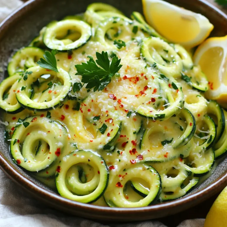 Um diese leckeren Knoblauchbutter Zucchini-Nudeln zu machen, brauchst du: - 4 mittelgroße Zucchini, spiralisiert - 3 Esslöffel ungesalzene Butter - 4 Knoblauchzehen, fein gehackt - 1/2 Teelöffel rote Pfefferflocken - 1/4 Tasse frisch geriebener Parmesan - Salz und Pfeffer nach Geschmack - 2 Esslöffel frische Petersilie, gehackt (zum Garnieren) - Zitronenspalten (zum Servieren) Wähle frische Zucchini aus. Sie sollten fest und glänzend sein. Die Butter sollte ungesalzen sein, damit du die Salzmenge selbst steuern kannst. Frischer Knoblauch gibt den besten Geschmack. Verwende hochwertige Parmesan für mehr Aroma. Die rote Pfefferflocken bringen eine milde Schärfe, die perfekt zu den Zucchini passt. Wenn du vegan bist, ersetze die Butter durch pflanzliche Margarine. Für eine milchfreie Option kannst du den Parmesan durch Hefeflocken ersetzen. Diese geben einen ähnlichen Geschmack. Wenn du glutenfrei kochen möchtest, dann sind diese Zucchini-Nudeln bereits eine tolle Wahl, denn sie enthalten kein Gluten. Um Zucchini in Nudeln zu verwandeln, nimm zuerst die Zucchini. Du brauchst vier mittelgroße Zucchini. Wenn du einen Spiralisierer hast, ist das super! Drehe die Zucchini und schau, wie sie sich in schöne, lange Nudeln verwandelt. Wenn du keinen Spiralisierer hast, nutze einen Gemüseschäler. Schneide die Zucchini in dünne Streifen. So erhältst du auch leckere Zucchini-Nudeln. Jetzt kommen wir zur Knoblauchbuttersoße. Nimm eine große Pfanne und füge drei Esslöffel ungesalzene Butter hinzu. Stelle die Pfanne auf mittlere Hitze und lasse die Butter schmelzen. Es dauert nur kurz. Dann kommt der gehackte Knoblauch. Du brauchst vier Knoblauchzehen, fein gehackt. Gib sie zur Butter und brate sie für ein bis zwei Minuten an. Der Knoblauch sollte aromatisch riechen, aber nicht bräunen. Füge dann einen halben Teelöffel rote Pfefferflocken hinzu. Lass sie 30 Sekunden in der Butter ziehen. Jetzt wird es spannend! Erhöhe die Hitze auf mittelhoch und gib die spiralisierten Zucchini-Nudeln in die Pfanne. Wende sie vorsichtig, damit sich die Nudeln gut mit der Knoblauchbutter vermischen. Koche die Nudeln für etwa zwei bis drei Minuten. Rühre gelegentlich um. Sie sollten zart sein, aber noch einen leichten Biss haben. Nimm die Pfanne dann vom Herd und rühre 1/4 Tasse frisch geriebenen Parmesan ein. Schmecke das Ganze mit Salz und Pfeffer ab. Serviere die Nudeln sofort. Garniere sie mit zwei Esslöffeln frischer, gehackter Petersilie und einem Spritzer Zitronensaft. Ein häufiger Fehler ist, die Zucchini zu lange zu kochen. Sie werden weich und verlieren ihren Biss. Achte darauf, die Nudeln nur 2-3 Minuten zu garen. So bleiben sie knackig und frisch. Ein weiterer Fehler ist, die Knoblauchbutter zu heiß zu machen. Höhere Hitze kann den Knoblauch verbrennen. Das schmeckt bitter. Halte die Hitze mittlerer Stärke, um den besten Geschmack zu erzielen. Um die perfekte Konsistenz zu erreichen, solltest du die Zucchini richtig schneiden. Spiralisiere sie gleichmäßig, damit sie gleichmäßig garen. Verwende frische Zucchini, die fest und glänzend sind. Achte darauf, die Nudeln nicht zu lange in der Pfanne zu lassen. Sie sollten zart, aber nicht matschig sein. Eine Prise Salz kann helfen, den Geschmack zu intensivieren und die Konsistenz zu verbessern. Die Präsentation macht viel aus. Richte die Zucchini-Nudeln in einer flachen Schüssel an. Bestreue sie mit extra Parmesan und frischer Petersilie. Das sorgt für einen schönen Kontrast. Füge Zitronenspalten hinzu, um einen frischen Akzent zu setzen. Die Farben und Texturen machen dein Gericht ansprechend und appetitlich. So wird deine Mahlzeit nicht nur lecker, sondern auch schön anzusehen. {{image_4}} Du kannst dieses Rezept leicht anpassen. Füge einfach andere Gemüsesorten hinzu. Möhren oder Paprika passen gut. Einfach spiralisiere sie wie die Zucchini. Das gibt deinem Gericht mehr Farbe und Geschmack. Du kannst auch Brokkoli oder Spinat verwenden. Diese Gemüsesorten machen das Gericht noch gesünder und leckerer. Wenn du eine vegane Option suchst, tausche die Butter gegen pflanzliche Margarine aus. Diese gibt den Zucchini-Nudeln den gleichen cremigen Geschmack. Für den Parmesan kannst du Hefeflocken verwenden. Sie geben einen tollen, käsigen Geschmack ohne Milchprodukte. Du kannst auch Cashewkäse machen, indem du Cashews mit etwas Wasser pürierst. Das macht das Gericht ebenfalls vegan und lecker. Um mehr Geschmack zu erzielen, probiere verschiedene Gewürze und Kräuter aus. Basilikum, Thymian oder Oregano passen gut zu diesem Gericht. Füge sie einfach während des Kochens hinzu. Auch ein Spritzer Zitronensaft kann helfen. Er bringt Frische in die Zucchini-Nudeln. Experimentiere mit deinen Lieblingsgewürzen und finde deinen eigenen Twist! Um die Reste deiner Knoblauchbutter Zucchini-Nudeln frisch zu halten, lege sie in einen luftdichten Behälter. Du kannst die Nudeln auch in eine Schüssel mit Deckel geben. Vermeide es, die Nudeln lange bei Raumtemperatur stehen zu lassen. So bleiben sie frisch und schmackhaft. Wenn du die Nudeln wieder aufwärmen möchtest, nutze eine Pfanne. Erhitze etwas Butter oder Öl in der Pfanne. Füge die Zucchini-Nudeln hinzu und brate sie für ein paar Minuten. Rühre sie gut um, damit sie gleichmäßig warm werden. Du kannst auch einen Spritzer Wasser hinzufügen, um das Anbrennen zu verhindern. Die Knoblauchbutter Zucchini-Nudeln bleiben im Kühlschrank etwa 2 bis 3 Tage frisch. Achte darauf, sie gut zu verpacken. Wenn sie länger stehen bleiben, verlieren sie an Geschmack und Textur. Daher ist es am besten, sie frisch zu genießen. Wenn du keinen Spiralisierer hast, keine Sorge! Du kannst einen Gemüseschäler verwenden. Mit einem Gemüseschäler schneidest du die Zucchini in dünne Streifen. Dieser einfache Trick verwandelt die Zucchini in schmale, lange Stücke. Diese Stücke sind perfekt als Nudeln. Sie haben eine ähnliche Form und Textur, die gut mit der Knoblauchbutter passt. Ja, du kannst die Zucchini-Nudeln im Voraus machen. Du solltest sie jedoch kurz vor dem Servieren kochen. Wenn du sie zu früh zubereitest, verlieren sie Wasser und werden matschig. Am besten bewahrst du die rohen Zucchini-Nudeln in einem luftdichten Behälter im Kühlschrank auf. So bleiben sie frisch und knackig. Ja, dieses Rezept ist glutenfrei! Zucchini-Nudeln sind eine großartige Alternative zu traditionellen Nudeln. Sie enthalten kein Gluten, was sie ideal für Menschen mit Glutenunverträglichkeit macht. Die Knoblauchbutter und der Parmesan fügen viel Geschmack hinzu, ohne Gluten zu verwenden. Zusammenfassend haben wir die Zutaten und ihre Alternativen für Zucchini-Nudeln besprochen. Ich habe eine einfache Anleitung zur Zubereitung gegeben und wertvolle Tipps geteilt. Variationen und Aufbewahrungs Tipps helfen, das Gericht frisch zu halten. Mit diesen Informationen kannst du gesunde Zucchini-Nudeln nach deinem Geschmack zubereiten. Probiere verschiedene Aromas aus und genieße das Kochen. Gesundes Essen kann einfach und lecker sein!