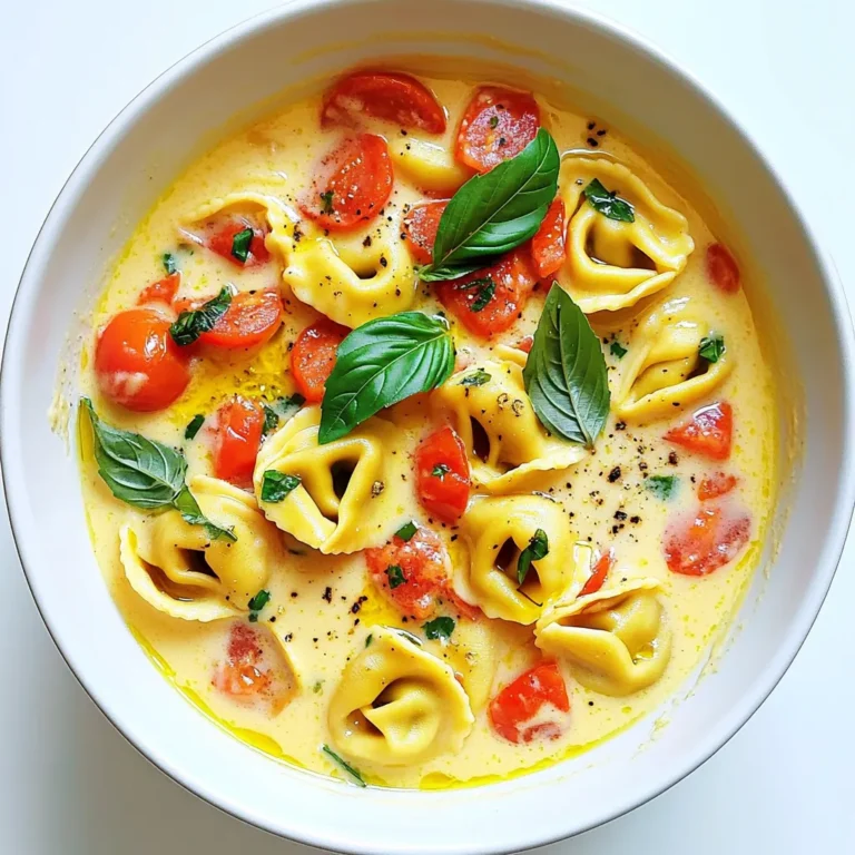 Für dieses köstliche Gericht brauchst du die folgenden Zutaten: - 340 g Käsetortellini (frisch oder gefroren) - 1 Dose (400 g) gewürfelte Tomaten (mit Saft) - 500 ml Gemüsebrühe - 240 ml Schlagsahne - 100 g geriebener Parmesan - 2 Knoblauchzehen, fein gehackt Diese Hauptzutaten sorgen für den vollen Geschmack. Die Käsetortellini geben eine wunderbare Füllung. Tomaten und Brühe bringen Frische und Tiefe in die Sauce. Schlagsahne und Parmesan machen das Gericht cremig und reichhaltig. Zusätzlich benötigst du: - 1 Teelöffel italienische Gewürzmischung - 1/4 Teelöffel rote Pfefferflocken (optional) - 125 g frische Basilikumblätter, gehackt - Salz und Pfeffer nach Geschmack - Olivenöl zum Beträufeln Die italienische Gewürzmischung verleiht dem Gericht den typischen Geschmack. Rote Pfefferflocken bringen eine angenehme Schärfe. Frisches Basilikum sorgt für eine frische Note, die das Gericht belebt. Wenn du keine Käsetortellini hast, kannst du andere Teigwaren verwenden. Gekochte Nudeln sind eine gute Wahl. Auch die Schlagsahne kann durch pflanzliche Alternativen ersetzt werden. Das gibt dir auch die Möglichkeit, das Gericht vegan zu machen. Wenn du magst, füge Gemüse wie Spinat oder Zucchini hinzu. So wird das Gericht noch bunter und gesünder. Zuerst nimmst du einen großen Topf und erhitzt einen Spritzer Olivenöl bei mittlerer Hitze. Dieser Schritt ist wichtig, um den Knoblauch schön aromatisch zu machen. Füge die fein gehackten Knoblauchzehen hinzu und brate sie etwa eine Minute lang an. Achte darauf, dass sie nicht verbrennen. Der Duft ist einfach köstlich! Gieße nun die Dose gewürfelte Tomaten mit ihrem Saft und die Gemüsebrühe in den Topf. Rühre gut um, damit alles gleichmäßig verteilt ist. Jetzt kommt der spannende Teil: Die Käsetortellini. Gib sie in den Topf und bringe die Mischung zum sanften Kochen. Wenn du frische Tortellini verwendest, koche sie zwei bis vier Minuten. Für gefrorene Tortellini sind es fünf bis sieben Minuten. Achte darauf, dass sie schön weich werden. Sobald die Tortellini fertig sind, reduziere die Hitze auf niedrig. Jetzt ist es Zeit für die cremige Alfredo-Sauce. Rühre die Schlagsahne, den geriebenen Parmesan, die italienische Gewürzmischung und die roten Pfefferflocken ein, falls du etwas Schärfe magst. Rühre alles gut um, bis der Käse geschmolzen ist und die Sauce schön cremig wird. Schmecke das Gericht mit Salz und Pfeffer ab. Füge die gehackten Basilikumblätter hinzu und rühre vorsichtig um. Lass das Gericht noch eine Minute ruhen, damit es eindickt. Bereite dich auf den Genuss vor! Um die beste Cremigkeit zu erreichen, ist die Schlagsahne der Schlüssel. Sie gibt der Sauce die reichhaltige Textur. Achte darauf, die Schlagsahne am Ende hinzuzufügen. So bleibt sie dick und cremig. Rühre die Mischung gut um, bis der Käse schmilzt. Nutze frischen Parmesan für mehr Geschmack. Ein häufiger Fehler ist, die Tortellini zu lange zu kochen. Folge den Anweisungen auf der Verpackung. Überprüfe die Tortellini regelmäßig, damit sie nicht matschig werden. Ein weiterer Fehler ist, die Hitze zu hoch zu stellen, wenn du die Schlagsahne hinzufügst. Halte die Hitze niedrig, um die Cremigkeit zu bewahren. Du kannst die Gewürze ganz nach deinem Geschmack anpassen. Füge mehr rote Pfefferflocken hinzu, wenn du es schärfer magst. Auch frische Kräuter wie Oregano oder Thymian passen gut. Probiere verschiedene Kombinationen aus, um dein perfektes Gericht zu finden. Schmecke das Gericht am Ende ab, um das perfekte Aroma zu erzielen. {{image_4}} Für eine vegetarische Variante, verwenden Sie einfach nur die Käsetortellini. Sie können auch verschiedene Gemüsesorten hinzufügen. Zucchini, Paprika oder Spinat passen gut. Wenn Sie Fleisch mögen, probieren Sie Hähnchen oder Speck. Braten Sie das Fleisch zuerst an, bevor Sie die anderen Zutaten hinzufügen. Möchten Sie mehr Geschmack? Fügen Sie ein paar Oliven oder Kapern hinzu. Diese geben eine tolle salzige Note. Auch frische Kräuter wie Oregano oder Thymian sind eine gute Wahl. Sie können sie zusammen mit dem Basilikum beifügen. Wenn Sie es schärfer mögen, erhöhen Sie die rote Pfefferflocken. Für eine glutenfreie Option, wählen Sie glutenfreie Tortellini. Diese gibt es in vielen Geschäften. Achten Sie darauf, auch die Brühe und die Sahne zu überprüfen. Einige Marken enthalten Gluten. Wenn Sie möchten, können Sie auch Zucchini-Nudeln verwenden. Diese sind leicht und gesund. Um die Reste des One-Pot Tomato Basil Tortellini Alfredo richtig zu lagern, lassen Sie das Gericht zuerst abkühlen. Füllen Sie es dann in einen luftdichten Behälter. Achten Sie darauf, dass der Behälter gut verschlossen ist. So bleibt der Geschmack frisch. Lagern Sie die Reste im Kühlschrank. Wenn Sie das Gericht wieder aufwärmen möchten, nutzen Sie am besten einen Topf. Geben Sie die Reste in den Topf und fügen Sie einen Spritzer Gemüsebrühe hinzu. Erhitzen Sie das Ganze bei mittlerer Hitze. Rühren Sie regelmäßig um, damit nichts anbrennt. Sie können auch die Mikrowelle verwenden. Stellen Sie den Behälter offen in die Mikrowelle und erwärmen Sie das Gericht in kurzen Intervallen. Im Kühlschrank hält sich das Gericht etwa 3 bis 4 Tage. Wenn Sie es länger aufbewahren möchten, können Sie es im Gefrierschrank lagern. Dort bleibt es bis zu 3 Monate frisch. Zum Einfrieren füllen Sie das Gericht in gefriergeeignete Behälter. Achten Sie darauf, etwas Platz zu lassen, da sich das Gericht beim Gefrieren ausdehnt. Tortellini zu kochen dauert je nach Art. Frische Tortellini brauchen etwa 2 bis 4 Minuten. Gefrorene Tortellini benötigen meist 5 bis 7 Minuten. Achten Sie darauf, sie im sprudelnden Wasser zu kochen. So wird jedes Stück gleichmäßig gar. Ja, frische Tortellini sind eine gute Wahl. Sie bieten einen tollen Geschmack und eine zarte Textur. Der Kochvorgang bleibt gleich. Verwenden Sie die gleichen Schritte wie im Rezept. Es ist wichtig, die Kochzeit anzupassen. Frische Tortellini brauchen weniger Zeit. Um das Rezept vegan zu machen, tauschen Sie die Schlagsahne aus. Verwenden Sie pflanzliche Sahne oder Kokosmilch. Statt Parmesan nutzen Sie Hefeflocken oder veganen Käse. Achten Sie beim Kauf der Tortellini darauf, dass sie keine Eier enthalten. So genießen Sie das Gericht ohne tierische Produkte. Um diese köstlichen Tortellini Alfredo zuzubereiten, haben wir die Hauptzutaten und deren Zubereitung geschätzt. Die Schritt-für-Schritt-Anleitung hilft dir beim Kochen. Du lernst, die beste Cremigkeit zu erreichen und häufige Fehler zu vermeiden. Variationen bieten dir viele Geschmacksmöglichkeiten. Vergiss nicht, die Lagerungshinweise zu beachten, damit nichts verschwendet wird. Schmecke dein Gericht nach deinen Vorlieben ab. Tortellini Alfredo ist einfach zuzubereiten und macht viel Freude. Experimentiere und entdecke deine eigenen Varianten. So wird jedes Essen besonders.