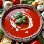 - 10 reife Roma-Tomaten, halbiert - 1 ganzer Knoblauchkopf - 1 mittlere Zwiebel, grob gehackt Die Hauptzutaten machen die Suppe besonders lecker. Die Roma-Tomaten bringen eine süße Note. Der Knoblauch gibt der Suppe einen tollen Geschmack. Die Zwiebel sorgt für eine gute Basis. - 1 Karotte, gewürfelt - 2 Esslöffel Olivenöl - 4 Tassen Gemüsebrühe - 1 Tasse Schlagsahne - 1 Teelöffel getrocknetes Basilikum - 1 Teelöffel getrockneten Oregano - Salz und Pfeffer nach Geschmack Die Karotte fügt eine feine Süße hinzu. Das Olivenöl hilft beim Anbraten und gibt Geschmack. Die Gemüsebrühe ist der Flüssigkeitsgeber. Schlagsahne macht die Suppe cremig. Die Kräuter bringen das Aroma in die Suppe. Salz und Pfeffer runden alles ab. - Frische Basilikumblätter - Optional: knuspriges Brot zum Servieren Frische Basilikumblätter sind der perfekte Abschluss. Sie geben der Suppe Farbe und Aroma. Knuspriges Brot ist eine tolle Beilage. Es hilft, die Suppe noch besser zu genießen. Heize deinen Ofen auf 200°C (400°F) vor. Während der Ofen aufheizt, bereite die Tomaten vor. Halbiere die reifen Roma-Tomaten und lege sie mit der Schnittseite nach oben auf ein Backblech. Beträufle sie mit 1 Esslöffel Olivenöl. Würze sie großzügig mit Salz, Pfeffer, getrocknetem Basilikum und Oregano. Schneide die Spitze des gesamten Knoblauchkopfes ab. Beträufle ihn mit etwas Olivenöl und wickele ihn in Alufolie ein. Lege den Knoblauch zusammen mit den Tomaten auf das Backblech. Röste die Tomaten und den Knoblauch im Ofen für etwa 25-30 Minuten. Achte darauf, dass sie schön karamellisiert und zart sind. Während sie im Ofen sind, hast du Zeit, die nächsten Schritte vorzubereiten. Erhitze den restlichen Esslöffel Olivenöl in einem großen Topf bei mittlerer Hitze. Füge die grob gehackte Zwiebel und die gewürfelte Karotte hinzu. Brate sie 5-7 Minuten lang an, bis sie weich sind. Wenn die Tomaten und der Knoblauch fertig sind, gib sie in den Topf. Drücke die gerösteten Knoblauchzehen aus ihrer Haut und füge sie ebenfalls hinzu. Gieße 4 Tassen Gemüsebrühe in den Topf. Bringe die Mischung zum Kochen und reduziere dann die Hitze. Lass die Suppe 10 Minuten köcheln. Püriere die Suppe mit einem Stabmixer, bis sie glatt ist. Wenn du keinen Stabmixer hast, fülle die Suppe portionsweise in einen Standmixer. Rühre 1 Tasse Schlagsahne ein. Erwärme die Suppe, ohne sie zum Kochen zu bringen. Schmecke sie mit Salz und Pfeffer ab. Serviere die Suppe heiß und garniere sie mit frischen Basilikumblättern. Um die perfekte Konsistenz zu erzielen, nutze einen Stabmixer. Er püriert die Suppe direkt im Topf. Das ist schnell und einfach. Wenn du keinen Stabmixer hast, kannst du einen Standmixer verwenden. Achte darauf, die Suppe in kleinen Mengen zu pürieren, damit nichts überläuft. Die Flüssigkeitsmenge anzupassen ist wichtig. Wenn die Suppe zu dick ist, füge mehr Gemüsebrühe hinzu. Wenn sie zu dünn ist, lasse sie etwas länger köcheln. So verdampft die überschüssige Flüssigkeit und die Suppe wird dicker. Salz und Pfeffer sind sehr wichtig für den Geschmack. Du solltest die Suppe während des Kochens probieren. So kannst du die Gewürze nach deinem Geschmack anpassen. Beginne mit einer kleinen Menge Salz und Pfeffer und füge mehr hinzu, wenn nötig. Frische Kräuter machen einen großen Unterschied. Ich empfehle, frisches Basilikum kurz vor dem Servieren hinzuzufügen. Das verstärkt das Aroma der Suppe und bringt einen frischen Geschmack. Die Präsentation ist wichtig, um die Suppe einladend zu machen. Fülle die Suppe in schöne Schalen. Ziehe mit einem Esslöffel etwas zusätzliche Sahne durch die Suppe. Das sieht toll aus. Für die Garnierung lege frische Basilikumblätter obenauf. Das gibt der Suppe einen schönen Farbkontrast. Du kannst auch ein Stück knuspriges Brot dazu servieren. So wird das Essen noch leckerer. {{image_4}} Für eine vegane Version der cremigen Suppe, kannst du pflanzliche Sahne verwenden. Es gibt viele gute Optionen. Kokos- oder Hafer-Sahne sind besonders cremig und lecker. Diese Alternativen geben der Suppe den gleichen reichen Geschmack. Zudem kannst du zusätzliche Gemüsevarianten einfügen. Zucchini oder Spinat passen gut. Diese Gemüse bringen mehr Nährstoffe und Farbe in die Suppe. Wenn du es gerne scharf magst, füge Chilis oder Paprikapulver hinzu. Das gibt der Suppe einen tollen Kick. Experimentiere mit der Menge, um die perfekte Schärfe zu finden. Du kannst auch die Gewürze anpassen. Ein bisschen Kreuzkümmel oder Curry-Pulver sorgt für interessante Aromen. Lass deiner Kreativität freien Lauf! Für mehr Nährstoffe kannst du Protein hinzufügen. Hülsenfrüchte wie Kichererbsen oder Linsen sind gute Optionen. Sie machen die Suppe sättigender und geben dir Energie. Überlege auch, welche Beilagen du servieren möchtest. Knuspriges Brot ist perfekt zum Dippen. Auch ein frischer Salat passt gut dazu. So hast du ein vollständiges und schmackhaftes Gericht! Um die Suppe richtig zu lagern, solltest du sie in einen luftdichten Behälter füllen. Dadurch bleibt der Geschmack frisch. Lass die Suppe zuerst abkühlen, bevor du sie in den Kühlschrank stellst. So vermeidest du Kondensation und matschige Texturen. Im Kühlschrank hält sich die Suppe bis zu fünf Tage. Überprüfe immer das Aussehen und den Geruch, bevor du sie isst. Um die Suppe einzufrieren, fülle sie in gefriergeeignete Behälter. Lasse dabei etwas Platz, da die Suppe beim Gefrieren expandiert. Du kannst die Suppe bis zu drei Monate einfrieren. Zum Auftauen lege die gefrorene Suppe einfach in den Kühlschrank über Nacht. Zum Wiedererwärmen erhitze sie langsam in einem Topf. Rühre oft um, damit sie gleichmäßig warm wird. Hast du Reste? Mach etwas Neues daraus! Du kannst die Suppe als Sauce für Pasta verwenden oder sie in ein Omelett einrühren. Auch als Füllung für gefülltes Gemüse ist sie lecker. Eine andere Idee ist, sie mit geröstetem Brot zu servieren. So wird jede Mahlzeit spannend und köstlich! Die Suppe bleibt im Kühlschrank bis zu fünf Tage frisch. Bewahre sie in einem luftdichten Behälter auf. Achte darauf, die Suppe abzukühlen, bevor du sie in den Kühlschrank stellst. Wenn du die Suppe länger aufbewahren möchtest, friere sie ein. So hält sie bis zu drei Monate. Ja, du kannst die Suppe im Voraus machen. Bereite sie einfach nach dem Rezept vor und lasse sie abkühlen. Fülle sie dann in einen luftdichten Behälter. Du kannst sie für bis zu fünf Tage im Kühlschrank lagern oder sie einfrieren. Beim Aufwärmen solltest du die Suppe langsam erhitzen und gut umrühren. Ja, frische Tomaten sind eine tolle Wahl. Sie verleihen der Suppe einen frischen Geschmack. Verwende reife Roma-Tomaten für das beste Ergebnis. Wenn du keine frischen Tomaten hast, kannst du auch Dosentomaten verwenden. Diese sind praktisch und oft gleichwertig im Geschmack. Diese Tomatensuppe ist einfach und lecker. Wir haben die Hauptzutaten wie Roma-Tomaten und Knoblauch verwendet. Das Rösten bringt die Aromen zur Geltung. Du kannst die Konsistenz ganz nach deinen Vorlieben anpassen. Denk daran, frische Kräuter für mehr Geschmack zu nutzen. Ob vegan oder würzig, die Variationen sind endlos. Richtig gelagert, bleibt die Suppe lange frisch. Verwende die Reste kreativ in anderen Gerichten. Koche, genieße und variiere nach deinem Wunsch!
