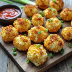 Für diese leckeren Blumenkohl-Tots brauchen wir einige einfache Zutaten. Hier ist die Liste: - 1 Kopf Blumenkohl, in Röschen zerteilt - 240 g geriebener Mozzarella-Käse - 60 g fein geriebener Parmesan-Käse - 60 g Semmelbrösel (glutenfrei, wenn gewünscht) - 1 großes Ei - 2 Frühlingszwiebeln, fein gehackt - 2 Knoblauchzehen, gehackt - 1 Teelöffel Zwiebelpulver - 1 Teelöffel Knoblauchpulver - 1/2 Teelöffel Salz - 1/4 Teelöffel schwarzer Pfeffer - Kochspray Die Hauptzutat ist Blumenkohl. Er gibt den Tots ihre Form und den guten Geschmack. Der Mozzarella sorgt für die Käsecremigkeit. Parmesan fügt einen kräftigen Geschmack hinzu. Die Semmelbrösel helfen, die Tots zusammenzuhalten. Ich liebe Mozzarella, weil er gut schmilzt. Parmesan hat einen tollen, salzigen Geschmack. Du kannst auch andere Käsesorten ausprobieren. Cheddar oder Gouda sind gute Alternativen. Wenn du etwas veganer machen möchtest, nutze pflanzlichen Käse. Es ist wichtig, den Käse gut zu reiben. So schmilzt er besser und verteilt sich gleichmäßig in der Mischung. Achte darauf, dass der Käse frisch ist, um den besten Geschmack zu erzielen. Die richtigen Gewürze machen die Tots besonders lecker. Zwiebelpulver und Knoblauchpulver geben Geschmack. Salz und Pfeffer sind ein Muss. Du kannst auch andere Gewürze hinzufügen, wie Paprika oder italienische Kräuter. Für einen scharfen Kick könntest du etwas Cayennepfeffer reinmischen. Serviere die Tots mit Dips. Marinara-Sauce oder Ranch-Dressing passen perfekt. Du kannst auch Joghurt mit Kräutern mischen. So hast du viele Möglichkeiten für verschiedene Geschmäcker. Um die Blumenkohl-Tots zuzubereiten, beginne mit einem frischen Kopf Blumenkohl. Teile den Blumenkohl in kleine Röschen. Dampfe die Röschen für 5 bis 7 Minuten, bis sie zart sind. Achte darauf, dass sie nicht zu weich werden. Nach dem Dämpfen lasse die Röschen abtropfen und leicht abkühlen. Dieser Schritt ist wichtig, damit die Tots nicht zu nass werden. Jetzt kommt der spaßige Teil. Nimm ein sauberes Küchentuch oder ein Käsetuch. Lege die Blumenkohlröschen hinein und drücke so viel Wasser wie möglich heraus. Das ist der Schlüssel für knusprige Tots! Gib den trockenen Blumenkohl in eine große Schüssel. Füge dann 240 g geriebenen Mozzarella, 60 g Parmesan, 60 g Semmelbrösel, ein großes Ei, 2 fein gehackte Frühlingszwiebeln, 2 gehackte Knoblauchzehen, Zwiebelpulver, Knoblauchpulver, Salz und Pfeffer hinzu. Mische alles gut, bis eine gleichmäßige Masse entsteht. Heize deine Heißluftfritteuse auf 200 °C vor. Während sie vorheizt, forme kleine Tots aus der Blumenkohlmasse. Sie sollten etwa 2 bis 5 cm lang sein. Sprühe den Korb der Heißluftfritteuse leicht mit Kochspray ein. Lege die Tots in einer einzigen Schicht hinein, ohne dass sie sich berühren. Frittiere die Tots für 12 bis 15 Minuten. Wende sie zur Halbzeit, damit sie gleichmäßig garen. Wenn sie goldbraun und knusprig sind, nimm sie vorsichtig heraus. Wiederhole den Vorgang mit dem Rest der Mischung und serviere sie heiß mit deinem Lieblingsdip. Um die Tots knuspriger zu machen, drücke den Blumenkohl gut aus. Feuchtigkeit macht sie weich. Verwende hochwertiges Semmelbrösel. Die richtige Mischung hilft auch. Sprühe die Tots leicht mit Kochspray ein, bevor du sie frittierst. Das macht sie goldbraun und knusprig. Ein häufiger Fehler ist, den Blumenkohl nicht genug auszudrücken. Stelle sicher, dass du die gesamte Feuchtigkeit entfernst. Ein weiterer Fehler ist, die Tots zu nah beieinander in die Heißluftfritteuse zu legen. Lasse genug Platz für die Luftzirkulation. Wenn du sie nicht wendest, werden sie ungleichmäßig gar. Achte also darauf, sie zur Halbzeit zu wenden. Forme die Tots in gleichmäßige Stücke von etwa 2-5 cm. Diese Größe sorgt für gleichmäßiges Garen. Kleinere Tots werden schneller knusprig, während größere mehr Zeit brauchen. Wenn du die perfekte Größe findest, wird das Ergebnis toll. Denke daran, dass Konsistenz wichtig ist, um die besten Tots zu erhalten. {{image_4}} Sie können die Blumenkohl-Tots ganz nach Ihrem Geschmack anpassen. Hier sind einige Ideen: - Paprika: Fügen Sie 1/2 Tasse gewürfelte Paprika hinzu. Das gibt Farbe und Geschmack. - Kräuter: Frische Kräuter wie Petersilie oder Basilikum bringen einen frischen Kick. - Chili-Flocken: Für etwas Schärfe geben Sie einen Teelöffel Chili-Flocken hinzu. Möchten Sie die Tots vegan oder glutenfrei machen? Das ist einfach: - Vegane Variante: Ersetzen Sie das Ei durch 1/4 Tasse Leinsamenmehl mit 1/2 Tasse Wasser. Lassen Sie es einige Minuten quellen. - Glutenfreie Semmelbrösel: Verwenden Sie glutenfreie Semmelbrösel, um die Tots glutenfrei zu halten. Die Blumenkohl-Tots sind vielseitig und passen zu vielen Anlässen: - Party-Snack: Servieren Sie sie als Snack bei Ihrer nächsten Feier mit verschiedenen Dips. - Beilage: Sie sind auch eine tolle Beilage zu Fisch oder Hähnchen. - Gesundes Mittagessen: Genießen Sie sie mit einem frischen Salat für ein leichtes Mittagessen. Um die Blumenkohl-Tots frisch zu halten, lege sie in einen luftdichten Behälter. Verwende Pergamentpapier zwischen den Schichten, um das Ankleben zu verhindern. Achte darauf, dass der Behälter gut verschlossen ist, damit die Tots nicht austrocknen. So bleiben sie bis zu drei Tage im Kühlschrank genießbar. Wenn du die Tots aufwärmen möchtest, benutze die Heißluftfritteuse. Stelle sie auf 180 °C ein und wärme die Tots für etwa 5-7 Minuten auf. So werden sie wieder knusprig und lecker. Du kannst auch den Ofen nutzen, aber die Heißluftfritteuse ist schneller und einfacher. Im Kühlschrank halten die Blumenkohl-Tots etwa drei Tage. Wenn du sie länger aufbewahren möchtest, friere sie ein. Lege sie auf ein Backblech und friere sie zuerst ein. Nach ein paar Stunden kannst du sie in einen Gefrierbeutel umfüllen. So bleiben sie bis zu drei Monate frisch. Um die Blumenkohl-Tots schärfer zu machen, können Sie einige Zutaten hinzufügen. Fügen Sie einfach rote Paprika oder Cayennepfeffer hinzu. Diese geben einen tollen Kick. Sie können auch einige gehackte Jalapeños in die Mischung geben. Probieren Sie, diese Zutaten nach Ihrem Geschmack anzupassen. Ein bisschen mehr Gewürz macht einen großen Unterschied. Ja, Sie können frischen Blumenkohl verwenden. Frischer Blumenkohl schmeckt großartig und hat eine tolle Textur. Stellen Sie sicher, dass Sie ihn gut dämpfen. Dämpfen macht ihn weich und bereit für die Mischung. Die richtige Konsistenz hilft, die Tots schön knusprig zu machen. Achten Sie darauf, die Feuchtigkeit gut herauszudrücken. Viele Dips passen gut zu den Blumenkohl-Tots. Marinara-Dip ist ein Klassiker. Er ergänzt den Käse perfekt. Ranch-Dressing ist ebenfalls eine beliebte Wahl. Probieren Sie auch Knoblauchsauce oder Avocado-Dip. Sie bringen noch mehr Geschmack. Experimentieren Sie mit verschiedenen Dips, um Ihre Favoriten zu finden. Blumenkohl-Tots sind einfach und lecker. Du hast die Zutaten und die Zubereitung gelernt. Ich habe dir Tipps gegeben, wie du sie perfekt hinbekommst und Fehler vermeidest. Variationen machen die Tots spannend und ganz persönlich. Das richtige Lagern und Aufwärmen sorgt dafür, dass sie lange frisch bleiben. Denk daran, auch Dips auszuprobieren. So machst du jeden Biss zu einem Genuss. Experimentiere mit deinen eigenen Ideen und genieße!