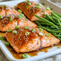 - 4 Lachsfilets (jeweils etwa 170 g) - 450 g grüne Bohnen, geputzt Die Hauptzutaten sind einfach und frisch. Der Lachs bringt gesunde Fette mit. Die grünen Bohnen sorgen für einen knackigen Biss und schöne Farbe. Diese Zutaten machen das Gericht nicht nur lecker, sondern auch nährstoffreich. - 60 ml Honig - 30 ml Sriracha-Sauce (je nach Schärfevorliebe anpassen) - 30 ml Sojasauce - 2 Knoblauchzehen, fein gehackt - 1 Esslöffel frischer Ingwer, gerieben - 15 ml Olivenöl Die Marinade ist das Herzstück dieses Rezepts. Der Honig bringt Süße, während Sriracha eine würzige Note hinzufügt. Sojasauce sorgt für Tiefe und umami. Knoblauch und Ingwer geben dem Gericht Frische. Diese Aromen vereinen sich perfekt. - Salz und Pfeffer nach Geschmack - Sesamsamen - Frühlingszwiebeln Salz und Pfeffer sind einfach, aber wichtig für den Geschmack. Sesamsamen fügen Knusprigkeit und einen nussigen Geschmack hinzu. Frühlingszwiebeln bringen Farbe und Frische. Diese Garnierungen machen das Gericht noch ansprechender. - Heize deinen Ofen auf 200 °C vor. - Lege ein großes Backblech mit Backpapier aus oder sprühe es leicht mit Kochspray ein. - Vermenge in einer kleinen Schüssel: - 60 ml Honig - 30 ml Sriracha-Sauce - 30 ml Sojasauce - 2 fein gehackte Knoblauchzehen - 1 Esslöffel frisch geriebenen Ingwer - 15 ml Olivenöl - Salz und Pfeffer nach Geschmack - Rühre alles gut um, bis es gleichmäßig vermischt ist. - Lege die 4 Lachsfilets auf eine Seite des Backblechs. - Gieße die Hälfte der Marinade über den Lachs. Achte darauf, dass er gut bedeckt ist. - Lass den Lachs etwa 10 Minuten ziehen. - Füge die 450 g geputzte grüne Bohnen auf die andere Seite des Backblechs hinzu. - Beträufle die Bohnen mit der verbleibenden Marinade und mische gut. - Stelle das Backblech in den vorgeheizten Ofen. - Backe alles für 12-15 Minuten, bis der Lachs leicht zerfällt und die Bohnen zart sind. - Optional: Schalte den Grill ein und bräune den Lachs für 2-3 Minuten. Achte darauf, dass er nicht verbrennt. Um die Garzeit des Lachses zu überprüfen, nutzen Sie eine Gabel. Stechen Sie sanft in das dickste Stück. Wenn der Lachs leicht auseinanderfällt, ist er perfekt. Bei 12-15 Minuten bei 200 °C sollte das gelingen. Um Trockenheit zu verhindern, marinieren Sie den Lachs gut. Die Honig-Sriracha-Marinade sorgt für Feuchtigkeit und Geschmack. Lassen Sie die Filets nicht zu lange im Ofen. Das richtige Timing ist hier wichtig. Fügen Sie die Bohnen etwa 10 Minuten nach dem Lachs hinzu. So bleiben sie knackig und frisch. Ein einfaches Kochen in Salzwasser ist eine gute Methode, wenn Sie keine grünen Bohnen haben. Versuchen Sie Brokkoli oder Zucchini als Option. Diese passen gut zu den Aromen des Gerichts. Die Schärfe können Sie leicht anpassen. Fügen Sie weniger Sriracha hinzu, wenn Sie es milder mögen. Für mehr Geschmack können Sie Ingwer oder Limettensaft ergänzen. Diese Aromen bringen eine neue Dimension in Ihr Gericht. Seien Sie kreativ und probieren Sie verschiedene Zutaten aus. {{image_4}} Sie können das Rezept anpassen, um mehr Gemüse hinzuzufügen. Brokkoli, Paprika oder Zucchini passen hervorragend. Diese Gemüse bringen Farbe und zusätzliche Nährstoffe. Einfach die Bohnen ersetzen oder ergänzen. Eine andere Option ist, verschiedene Proteine zu verwenden. Probieren Sie Hähnchenbrust oder Tofu. Beide nehmen die Marinade gut auf. So bleibt Ihr Gericht gesund und lecker. Reis oder Quinoa eignen sich gut als Beilage. Diese Körner sind nahrhaft und füllen gut. Sie nehmen die Aromen der Marinade auf und ergänzen den Lachs perfekt. Salatoptionen sind ebenfalls toll. Ein frischer grüner Salat bringt Knackigkeit. Ein einfaches Dressing aus Olivenöl und Zitrone passt gut dazu. Nutzen Sie saisonale Gemüsearten, um das Gericht zu variieren. Im Frühling sind Spargel oder Erbsen frisch und lecker. Im Herbst passen Kürbis oder Rosenkohl gut dazu. Sie können auch die Marinade anpassen. Im Sommer probieren Sie frische Kräuter wie Basilikum oder Minze. Diese Aromen bringen Frische und Lebendigkeit in Ihr Gericht. Kühlschranklagerung Wenn Sie Reste haben, bewahren Sie den Lachs und die Bohnen in einem luftdichten Behälter auf. Stellen Sie sicher, dass der Behälter gut verschlossen ist. So bleibt der Geschmack frisch. Im Kühlschrank hält sich das Gericht bis zu drei Tage. Tiefkühloptionen Falls Sie länger aufbewahren möchten, können Sie die Reste auch einfrieren. Verpacken Sie den Lachs und die Bohnen in einem gefrierfesten Beutel. Achten Sie darauf, die Luft herauszudrücken. So bleibt die Frische bis zu drei Monate erhalten. Beste Methoden zum Aufwärmen Um den Lachs und die Bohnen aufzuwärmen, nutzen Sie den Ofen oder die Mikrowelle. Im Ofen heizen Sie ihn auf 180 °C vor. Legen Sie die Reste auf ein Backblech und backen Sie sie etwa 10 Minuten lang. In der Mikrowelle erhitzen Sie das Gericht in 30-Sekunden-Intervallen. Überprüfen Sie regelmäßig die Temperatur. Tipps, um die Textur beizubehalten Um den Lachs saftig zu halten, decken Sie ihn mit Aluminiumfolie ab. So bleibt er feucht. Bei den Bohnen ist es wichtig, sie nicht zu lange zu erhitzen. So bleiben sie knackig und frisch. Der Lachs ist in 12 bis 15 Minuten gar. Du solltest ihn im Ofen bei 200 °C backen. Die Garzeit kann leicht variieren. Überprüfe den Lachs nach 12 Minuten. Er sollte leicht mit einer Gabel auseinanderfallen. Wenn du ihn grillen möchtest, füge 2 bis 3 Minuten hinzu, um eine knusprige Oberfläche zu bekommen. Ja, du kannst andere Fische verwenden. Forelle oder Makrele sind gute Alternativen. Diese Fische haben einen ähnlichen Geschmack und Garzeit. Achte darauf, die Marinade gut zu verteilen. So bleibt der Geschmack intensiv. Du kannst auch fleischige Fische wie Thunfisch oder Schwertfisch probieren. Diese benötigen jedoch eine andere Garzeit. Ja, das Gericht eignet sich hervorragend für Meal Prep. Du kannst den Lachs und die Bohnen im Voraus marinieren. Bewahre sie in einem luftdichten Behälter im Kühlschrank auf. So sparst du Zeit während der Woche. Wenn du bereit bist zu essen, backe alles einfach im Ofen. Du kannst auch die Reste für ein schnelles Mittagessen verwenden. Diese Anleitung zeigt, wie du leckeren Lachs mit grünen Bohnen zubereitest. Du hast gelernt, welche Zutaten wichtig sind und wie du die Marinade anrührst. Die Tipps helfen dir, den Lachs perfekt zu garen und die Bohnen richtig zuzubereiten. Du kannst auch verschiedene Variationen ausprobieren und Reste gut lagern. Denke daran, mit Aromen zu experimentieren. So bleibt dein Gericht spannend und frisch. Viel Spaß beim Kochen!