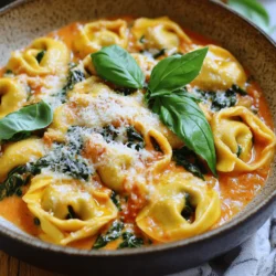 - 340 g Käse-Tortellini (frisch oder gefroren) - 1 Dose (420 g) gewürfelte Tomaten, unentleert - 3 Tassen frischer Spinat Die Hauptzutaten bilden die Basis für unsere köstlichen Tortellini. Die Käse-Tortellini sind schnell gekocht und bringen viel Geschmack. Gewürfelte Tomaten sorgen für eine fruchtige Note. Der frische Spinat macht das Gericht bunt und gesund. - 2 Esslöffel Olivenöl - 3 Knoblauchzehen, fein gehackt - 240 ml Sahne - 1 Teelöffel italienische Gewürzmischung - Salz und Pfeffer nach Geschmack - 50 g geriebener Parmesan Diese Zutaten sind die Geheimnisse für die cremige Sauce. Olivenöl und Knoblauch bringen einen tollen Duft. Die Sahne macht die Sauce schön cremig. Mit italienischen Gewürzen, Salz und Pfeffer schmeckt das Gericht einfach perfekt. Der Parmesan oben drauf gibt den letzten Schliff. - Für wie viele Personen reicht das Rezept? Das Rezept reicht für 4 Personen. Es ist ideal für ein Familienessen oder ein Treffen mit Freunden. - Nährwertinformationen Die Tortellini sind eine gute Quelle für Kohlenhydrate und Eiweiß. Frischer Spinat liefert viele Vitamine. Die Sahne und der Käse bringen Geschmack, aber auch etwas Fett. Schauen Sie auf die Portionsgröße, um die Nährwerte im Blick zu behalten. Kochen Sie die Tortellini in einem großen Topf mit gesalzenem Wasser. Bringen Sie das Wasser zum Kochen. Fügen Sie die Tortellini hinzu und kochen Sie sie laut Packungsanleitung al dente. Es dauert normalerweise 3 bis 5 Minuten. Achten Sie darauf, sie nicht zu lange zu kochen. Abgießen und zur Seite stellen. Ein Tipp: Geben Sie etwas Öl ins Wasser, das verhindert das Kleben. Erhitzen Sie 2 Esslöffel Olivenöl in einer großen Pfanne. Stellen Sie die Hitze auf mittel. Fügen Sie 3 fein gehackte Knoblauchzehen hinzu. Braten Sie den Knoblauch etwa 1 Minute an. Er sollte duften, aber nicht braun werden. Dies gibt der Soße einen tollen Geschmack. Gießen Sie eine Dose gewürfelte Tomaten in die Pfanne. Rühren Sie gut um und lassen Sie die Mischung 2 bis 3 Minuten köcheln. Die Aromen verbinden sich jetzt. Senken Sie die Hitze und fügen Sie 240 ml Sahne hinzu. Rühren Sie ständig weiter. Lassen Sie die Soße 2 bis 3 Minuten köcheln, bis sie etwas dicker wird. Das macht die Soße cremig und lecker. Fügen Sie 3 Tassen frischen Spinat zur Soße hinzu. Rühren Sie, bis der Spinat leicht verwelkt. Schmecken Sie die Soße mit Salz und Pfeffer ab. Geben Sie dann die gekochten Tortellini in die Pfanne. Mischen Sie alles vorsichtig, damit die Tortellini gut mit der Soße bedeckt sind. Dies sorgt für eine köstliche Kombination. Um die perfekte Konsistenz deiner Soße zu erreichen, achte darauf, dass du die Sahne langsam hinzufügst. So kannst du die Dicke besser kontrollieren. Wenn die Soße zu dick ist, füge einfach etwas mehr Sahne oder Wasser hinzu. Wenn sie zu dünn ist, lasse sie ein paar Minuten länger köcheln. Dadurch wird die Soße schön cremig und die Aromen werden intensiv. Zusätzliche Gewürze bringen mehr Geschmack. Ich empfehle, etwas rote Paprika oder eine Prise Muskatnuss hinzuzufügen. Diese Gewürze passen gut zu den Tomaten und dem Spinat. Du kannst auch frische Kräuter wie Oregano oder Thymian verwenden. Diese verleihen der Soße einen frischen und aufregenden Geschmack. Serviere die Tortellini mit knusprigem Brot oder einem frischen Salat. Ein einfacher grüner Salat passt perfekt dazu. Du kannst die Tortellini auch mit gerösteten Pinienkernen oder weiteren Parmesanstücken garnieren. Das gibt dem Gericht eine schöne Textur und macht es noch leckerer. {{image_4}} Du kannst Vollkorn-Tortellini verwenden. Sie sind reich an Ballaststoffen. Das macht das Gericht gesünder. Vollkornprodukte fördern die Verdauung und halten dich länger satt. Sie bringen auch einen nussigen Geschmack. Dies passt gut zu Tomate und Spinat. Probiere es aus und fühle den Unterschied! Für eine pflanzliche Diät gibt es viele Optionen. Du kannst vegane Tortellini wählen. Diese bestehen oft aus Hartweizengrieß und Wasser. Anstelle von Sahne kannst du Kokosmilch verwenden. Sie macht die Soße cremig und lecker. Parmesan kannst du durch Hefeflocken ersetzen. Dies gibt einen käsigen Geschmack. So genießt du das Gericht ohne tierische Produkte. Du kannst auch andere Gemüsesorten hinzufügen. Zucchini oder Paprika passen gut. Sie bringen Farben und zusätzliche Vitamine. Für mehr Proteine füge Kichererbsen oder Tofu hinzu. Diese Zutaten machen das Gericht nahrhafter. Experimentiere mit verschiedenen Kombinationen! Um die Reste der cremigen Tomaten-Spinat-Tortellini richtig zu lagern, verwende einen luftdichten Behälter. Lass die Tortellini zuerst auf Raumtemperatur abkühlen. Dann fülle sie in den Behälter und schließe ihn gut. So bleiben die Aromen frisch und die Textur bleibt erhalten. Du kannst auch einige Basilikumblätter zur Garnitur separat lagern, um die Frische zu bewahren. Das Gericht hält sich im Kühlschrank etwa 3 bis 4 Tage. Achte darauf, dass der Behälter gut verschlossen ist. Wenn du die Tortellini länger aufbewahren möchtest, kannst du sie auch einfrieren. In einem geeigneten Behälter halten sie sich bis zu 2 Monate. Beim Einfrieren ist es wichtig, die Luft herauszudrücken, um Gefrierbrand zu vermeiden. Die besten Methoden zum Aufwärmen der Tortellini sind einfach. Du kannst sie in der Mikrowelle aufwärmen. Stelle die Mikrowelle auf mittlere Hitze und decke die Tortellini mit einem feuchten Papiertuch ab. Das hilft, die Feuchtigkeit zu bewahren. Alternativ kannst du sie auch in einer Pfanne auf dem Herd erwärmen. Füge etwas Wasser oder Sahne hinzu, um die Sauce wieder cremig zu machen. Erhitze die Tortellini bei niedriger Hitze und rühre dabei gut um, bis sie gleichmäßig warm sind. Um Tortellini selbst zu machen, brauchst du frischen Teig und eine Füllung. Du kannst den Teig aus Mehl und Eiern herstellen. Roll ihn dünn aus und schneide ihn in kleine Quadrate. Fülle die Quadrate mit Käse, Spinat oder anderen Zutaten. Klappe die Teigstücke zusammen und drücke die Ränder gut fest. Du kannst auch Online-Videos anschauen, um den Prozess zu sehen. So lernst du die Technik schnell. Ja, dieses Rezept ist vegetarisch. Die Hauptzutaten sind Käse-Tortellini, Spinat und Tomaten. Du kannst die Sahne und den Parmesan verwenden, um es reichhaltig zu machen. Wenn du eine vegane Version möchtest, wähle pflanzliche Alternativen. Es gibt viele gute Optionen für vegane Sahne und Käse. Ja, du kannst die Sahne ersetzen. Ein guter Ersatz ist pflanzliche Sahne aus Mandeln oder Hafer. Diese Varianten sind leicht und lecker. Du kannst auch Kokosmilch verwenden, um einen anderen Geschmack zu bekommen. Achte darauf, die Menge anzupassen, damit die Soße gut wird. Das Rezept für Käse-Tortellini mit frischem Spinat ist einfach und lecker. Wir haben die Hauptzutaten und die Schritt-für-Schritt-Anleitung für die Zubereitung betrachtet. Zudem sind Tipps zur perfekten Sauce und Variationen für gesunde oder vegane Optionen wichtig. Denken Sie daran, Reste gut zu lagern und richtig aufzuwärmen. Genießen Sie dieses Gericht bei Ihrer nächsten Mahlzeit und experimentieren Sie mit verschiedenen Zutaten! Es wird Ihnen sicher schmecken.