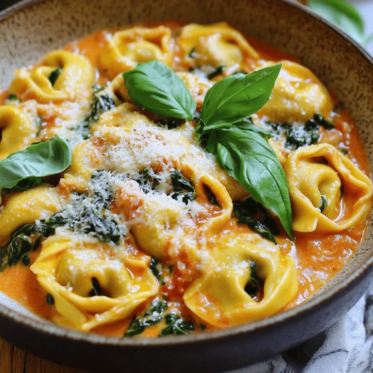 - 340 g Käse-Tortellini (frisch oder gefroren) - 1 Dose (420 g) gewürfelte Tomaten, unentleert - 3 Tassen frischer Spinat Die Hauptzutaten bilden die Basis für unsere köstlichen Tortellini. Die Käse-Tortellini sind schnell gekocht und bringen viel Geschmack. Gewürfelte Tomaten sorgen für eine fruchtige Note. Der frische Spinat macht das Gericht bunt und gesund. - 2 Esslöffel Olivenöl - 3 Knoblauchzehen, fein gehackt - 240 ml Sahne - 1 Teelöffel italienische Gewürzmischung - Salz und Pfeffer nach Geschmack - 50 g geriebener Parmesan Diese Zutaten sind die Geheimnisse für die cremige Sauce. Olivenöl und Knoblauch bringen einen tollen Duft. Die Sahne macht die Sauce schön cremig. Mit italienischen Gewürzen, Salz und Pfeffer schmeckt das Gericht einfach perfekt. Der Parmesan oben drauf gibt den letzten Schliff. - Für wie viele Personen reicht das Rezept? Das Rezept reicht für 4 Personen. Es ist ideal für ein Familienessen oder ein Treffen mit Freunden. - Nährwertinformationen Die Tortellini sind eine gute Quelle für Kohlenhydrate und Eiweiß. Frischer Spinat liefert viele Vitamine. Die Sahne und der Käse bringen Geschmack, aber auch etwas Fett. Schauen Sie auf die Portionsgröße, um die Nährwerte im Blick zu behalten. Kochen Sie die Tortellini in einem großen Topf mit gesalzenem Wasser. Bringen Sie das Wasser zum Kochen. Fügen Sie die Tortellini hinzu und kochen Sie sie laut Packungsanleitung al dente. Es dauert normalerweise 3 bis 5 Minuten. Achten Sie darauf, sie nicht zu lange zu kochen. Abgießen und zur Seite stellen. Ein Tipp: Geben Sie etwas Öl ins Wasser, das verhindert das Kleben. Erhitzen Sie 2 Esslöffel Olivenöl in einer großen Pfanne. Stellen Sie die Hitze auf mittel. Fügen Sie 3 fein gehackte Knoblauchzehen hinzu. Braten Sie den Knoblauch etwa 1 Minute an. Er sollte duften, aber nicht braun werden. Dies gibt der Soße einen tollen Geschmack. Gießen Sie eine Dose gewürfelte Tomaten in die Pfanne. Rühren Sie gut um und lassen Sie die Mischung 2 bis 3 Minuten köcheln. Die Aromen verbinden sich jetzt. Senken Sie die Hitze und fügen Sie 240 ml Sahne hinzu. Rühren Sie ständig weiter. Lassen Sie die Soße 2 bis 3 Minuten köcheln, bis sie etwas dicker wird. Das macht die Soße cremig und lecker. Fügen Sie 3 Tassen frischen Spinat zur Soße hinzu. Rühren Sie, bis der Spinat leicht verwelkt. Schmecken Sie die Soße mit Salz und Pfeffer ab. Geben Sie dann die gekochten Tortellini in die Pfanne. Mischen Sie alles vorsichtig, damit die Tortellini gut mit der Soße bedeckt sind. Dies sorgt für eine köstliche Kombination. Um die perfekte Konsistenz deiner Soße zu erreichen, achte darauf, dass du die Sahne langsam hinzufügst. So kannst du die Dicke besser kontrollieren. Wenn die Soße zu dick ist, füge einfach etwas mehr Sahne oder Wasser hinzu. Wenn sie zu dünn ist, lasse sie ein paar Minuten länger köcheln. Dadurch wird die Soße schön cremig und die Aromen werden intensiv. Zusätzliche Gewürze bringen mehr Geschmack. Ich empfehle, etwas rote Paprika oder eine Prise Muskatnuss hinzuzufügen. Diese Gewürze passen gut zu den Tomaten und dem Spinat. Du kannst auch frische Kräuter wie Oregano oder Thymian verwenden. Diese verleihen der Soße einen frischen und aufregenden Geschmack. Serviere die Tortellini mit knusprigem Brot oder einem frischen Salat. Ein einfacher grüner Salat passt perfekt dazu. Du kannst die Tortellini auch mit gerösteten Pinienkernen oder weiteren Parmesanstücken garnieren. Das gibt dem Gericht eine schöne Textur und macht es noch leckerer. {{image_4}} Du kannst Vollkorn-Tortellini verwenden. Sie sind reich an Ballaststoffen. Das macht das Gericht gesünder. Vollkornprodukte fördern die Verdauung und halten dich länger satt. Sie bringen auch einen nussigen Geschmack. Dies passt gut zu Tomate und Spinat. Probiere es aus und fühle den Unterschied! Für eine pflanzliche Diät gibt es viele Optionen. Du kannst vegane Tortellini wählen. Diese bestehen oft aus Hartweizengrieß und Wasser. Anstelle von Sahne kannst du Kokosmilch verwenden. Sie macht die Soße cremig und lecker. Parmesan kannst du durch Hefeflocken ersetzen. Dies gibt einen käsigen Geschmack. So genießt du das Gericht ohne tierische Produkte. Du kannst auch andere Gemüsesorten hinzufügen. Zucchini oder Paprika passen gut. Sie bringen Farben und zusätzliche Vitamine. Für mehr Proteine füge Kichererbsen oder Tofu hinzu. Diese Zutaten machen das Gericht nahrhafter. Experimentiere mit verschiedenen Kombinationen! Um die Reste der cremigen Tomaten-Spinat-Tortellini richtig zu lagern, verwende einen luftdichten Behälter. Lass die Tortellini zuerst auf Raumtemperatur abkühlen. Dann fülle sie in den Behälter und schließe ihn gut. So bleiben die Aromen frisch und die Textur bleibt erhalten. Du kannst auch einige Basilikumblätter zur Garnitur separat lagern, um die Frische zu bewahren. Das Gericht hält sich im Kühlschrank etwa 3 bis 4 Tage. Achte darauf, dass der Behälter gut verschlossen ist. Wenn du die Tortellini länger aufbewahren möchtest, kannst du sie auch einfrieren. In einem geeigneten Behälter halten sie sich bis zu 2 Monate. Beim Einfrieren ist es wichtig, die Luft herauszudrücken, um Gefrierbrand zu vermeiden. Die besten Methoden zum Aufwärmen der Tortellini sind einfach. Du kannst sie in der Mikrowelle aufwärmen. Stelle die Mikrowelle auf mittlere Hitze und decke die Tortellini mit einem feuchten Papiertuch ab. Das hilft, die Feuchtigkeit zu bewahren. Alternativ kannst du sie auch in einer Pfanne auf dem Herd erwärmen. Füge etwas Wasser oder Sahne hinzu, um die Sauce wieder cremig zu machen. Erhitze die Tortellini bei niedriger Hitze und rühre dabei gut um, bis sie gleichmäßig warm sind. Um Tortellini selbst zu machen, brauchst du frischen Teig und eine Füllung. Du kannst den Teig aus Mehl und Eiern herstellen. Roll ihn dünn aus und schneide ihn in kleine Quadrate. Fülle die Quadrate mit Käse, Spinat oder anderen Zutaten. Klappe die Teigstücke zusammen und drücke die Ränder gut fest. Du kannst auch Online-Videos anschauen, um den Prozess zu sehen. So lernst du die Technik schnell. Ja, dieses Rezept ist vegetarisch. Die Hauptzutaten sind Käse-Tortellini, Spinat und Tomaten. Du kannst die Sahne und den Parmesan verwenden, um es reichhaltig zu machen. Wenn du eine vegane Version möchtest, wähle pflanzliche Alternativen. Es gibt viele gute Optionen für vegane Sahne und Käse. Ja, du kannst die Sahne ersetzen. Ein guter Ersatz ist pflanzliche Sahne aus Mandeln oder Hafer. Diese Varianten sind leicht und lecker. Du kannst auch Kokosmilch verwenden, um einen anderen Geschmack zu bekommen. Achte darauf, die Menge anzupassen, damit die Soße gut wird. Das Rezept für Käse-Tortellini mit frischem Spinat ist einfach und lecker. Wir haben die Hauptzutaten und die Schritt-für-Schritt-Anleitung für die Zubereitung betrachtet. Zudem sind Tipps zur perfekten Sauce und Variationen für gesunde oder vegane Optionen wichtig. Denken Sie daran, Reste gut zu lagern und richtig aufzuwärmen. Genießen Sie dieses Gericht bei Ihrer nächsten Mahlzeit und experimentieren Sie mit verschiedenen Zutaten! Es wird Ihnen sicher schmecken.