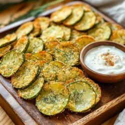 Für die perfekten Dill-Gurkenscheiben brauchst du einige Hauptzutaten. Diese sind wichtig für Geschmack und Textur. Hier sind die Zutaten, die du benötigst: - 1 großes Glas Dill-Gurken (ca. 450 g), abgetropft und in 0,6 cm dicke Scheiben geschnitten - 240 g Allzweckmehl - 2 große Eier, verquirlt - 100 g Panko-Semmelbrösel Diese Zutaten bilden die Basis für deinen Snack. Die Gurken geben den Hauptgeschmack, während die Panade für die Knusprigkeit sorgt. Die richtigen Gewürze machen einen großen Unterschied. Hier sind die Gewürze, die du für die Panierung brauchst: - 1 Esslöffel Knoblauchpulver - 1 Esslöffel Zwiebelpulver - 1 Esslöffel getrockneter Dill - 1 Teelöffel Paprika - Salz und Pfeffer nach Geschmack Diese Gewürze bringen die Dill-Gurkenscheiben zum Leben. Das Knoblauch- und Zwiebelpulver geben einen tollen Geschmack. Der Dill verstärkt das Gurkenaroma, und die Paprika fügt eine leichte Schärfe hinzu. Die Wahl der richtigen Gurken ist entscheidend. Ich empfehle, feste Gurken zu wählen. Achte darauf, dass sie frisch und knackig sind. Hier sind einige Tipps: - Wähle Gurken, die glatt und ohne Flecken sind. - Die Gurken sollten schwer in der Hand liegen. - Achte auf die Farbe; sie sollten ein kräftiges Grün haben. Die besten Gurken sorgen für den besten Snack. Frische Gurken machen deine Dill-Gurkenscheiben besonders lecker. Heize zuerst deine Luftfritteuse auf 200°C vor. Dies ist wichtig, um die Gurken gleichmäßig zu frittieren. Ein gut vorgeheiztes Gerät sorgt für die perfekte Knusprigkeit. Du möchtest, dass die Gurkenscheiben sofort mit der Frittierung beginnen, wenn du sie hineinlegst. Du brauchst drei Schüsseln für die Panierstation. Fülle die erste mit Allzweckmehl. Würze das Mehl mit Salz und Pfeffer. In die zweite Schüssel kommen die verquirlten Eier. In die dritte Schüssel mische die Panko-Semmelbrösel mit Knoblauchpulver, Zwiebelpulver, getrocknetem Dill und Paprika. Diese Mischung verleiht deinen Gurken extra Geschmack. Nimm eine Gurkenscheibe und wende sie zuerst im Mehl. Klopfe das überschüssige Mehl ab, damit die Panade gut haftet. Tauche die bemehlte Gurkenscheibe dann in die Eier. Lass die überschüssige Flüssigkeit abtropfen. Wälze die Gurkenscheibe anschließend in der Panko-Mischung. Drücke sanft, damit die Brösel gut haften. Lege die panierten Gurkenscheiben in einer einzelnen Schicht in den Korb der Luftfritteuse. Achte darauf, dass sie sich nicht überlappen. Dies hilft, dass sie gleichmäßig garen. Sprühe die Oberseite der Gurkenscheiben leicht mit Kochspray ein. So werden sie noch knuspriger! Frittier die Gurken für 8 bis 10 Minuten. Denk daran, sie zur Hälfte umzudrehen. Behalte sie im Blick, damit sie nicht anbrennen. Nach dem Garen nimm die Gurkenscheiben heraus und lass sie auf einem Kühlgitter abkühlen. So bleibt die Knusprigkeit erhalten. Serviere die Gurken warm mit deinem Lieblingsdip! Um perfekte knusprige Dill-Gurkenscheiben zu machen, ist die Panade der Schlüssel. Wähle Panko-Semmelbrösel, da sie luftiger sind. Die Gurkenscheiben sollten gut abgetropft sein, damit die Panade gut haftet. Drücke die Brösel fest an die Gurken, damit sie beim Frittieren nicht abfallen. Ein leichtes Einsprühen mit Kochspray hilft, die Knusprigkeit zu steigern. Heize die Luftfritteuse auf 200°C vor. Frittiere die Gurken für 8 bis 10 Minuten. Wende die Gurkenscheiben nach der Hälfte der Zeit, um eine gleichmäßige Bräunung zu erreichen. Wenn du eine größere Menge machst, reduziere die Frittierzeit leicht. Es ist wichtig, die Gurken regelmäßig zu überprüfen, um sicherzustellen, dass sie nicht anbrennen. Ein häufiger Fehler ist, zu viele Gurkenscheiben auf einmal zu frittieren. Dies kann die Luftzirkulation blockieren und führt zu matschigen Chips. Achte darauf, dass die Scheiben in einer einzigen Schicht liegen. Ein weiterer Fehler ist, die Gurken nicht gut abzutropfen. Feuchtigkeit kann die Panade aufweichen. Stelle sicher, dass du die Gurken gut abtrocknest, bevor du sie panierst. {{image_4}} Du kannst die Dill-Gurkenscheiben ganz nach deinem Geschmack anpassen. Wenn du es scharf magst, füge etwas Cayennepfeffer zu den Panierbröseln hinzu. Für einen mediterranen Twist probiere getrocknete Oregano und Thymian. Jedes Gewürz bringt einen neuen Geschmack. Experimentiere und finde deine Lieblingsmischung! Wenn du keine Panko-Semmelbrösel hast, gibt es tolle Alternativen. Du kannst normale Semmelbrösel verwenden, aber sie sind nicht so knusprig. Auch gemahlene Mandeln oder Cornflakes sind gute Optionen. Diese geben den Gurken einen anderen, interessanten Crunch. Die Gurkenchips schmecken köstlich mit verschiedenen Dips. Ranch-Dressing ist ein Klassiker, der gut passt. Wenn du etwas Würziges suchst, probiere Sriracha-Mayo. Für eine frische Note eignet sich Joghurt mit frischem Dill. Diese Dips machen die Gurkenchips noch besser! Um deine Gurkenscheiben frisch zu halten, lege sie in einen luftdichten Behälter. Achte darauf, dass die Scheiben nicht übereinander liegen. Das verhindert, dass sie weich werden. Du kannst ein Papierhandtuch zwischen die Schichten legen. Das hilft, Feuchtigkeit aufzusaugen. Lagere den Behälter im Kühlschrank. So bleiben die Gurken für 3 bis 5 Tage knusprig. Wenn du die Gurken wieder aufwärmen willst, benutze die Luftfritteuse. Heize sie auf 180°C vor. Lege die Gurkenscheiben in den Korb und frittiere sie für 3 bis 5 Minuten. So werden sie wieder schön knusprig. Du kannst auch den Ofen verwenden. Lege die Gurken auf ein Backblech und backe sie bei 200°C für etwa 10 Minuten. Im Kühlschrank bleiben die Gurkenscheiben gut für einige Tage. Für längere Lagerung kannst du sie einfrieren. Lege die Gurken in einen Gefrierbeutel. Drücke die Luft heraus und verschließe ihn gut. So halten sie bis zu 3 Monate. Zum Auftauen lege die Gurken über Nacht in den Kühlschrank. Frittiere sie dann direkt aus dem gefrorenen Zustand für extra Knusprigkeit. Die Gurkenscheiben bleiben im Kühlschrank etwa drei bis vier Tage frisch. Achte darauf, sie in einem luftdichten Behälter zu lagern. So bleibt die Knusprigkeit besser erhalten. Wenn du sie einfrierst, halten sie bis zu zwei Monate. Achte darauf, sie gut zu verpacken, um Gefrierbrand zu vermeiden. Ja, du kannst frische Gurken verwenden. Schneide sie einfach in 0,6 cm dicke Scheiben. Achte darauf, die Gurken vor dem Panieren gut abzutrocknen. So wird das Paniermehl besser haften. Frische Gurken haben einen knackigen Geschmack und sind eine tolle Option. Wenn die Gurken nicht knusprig werden, gibt es einige Tipps. Stelle sicher, dass du die Gurken gut trocken tupfst, bevor du sie panierst. Verwende Panko-Semmelbrösel für mehr Knusprigkeit. Achte darauf, dass die Gurkenscheiben in der Luftfritteuse nicht überlappen. Das sorgt für gleichmäßige Hitzeverteilung und eine schöne, goldbraune Farbe. In diesem Blogbeitrag haben wir die Zutaten und Schritte zur Zubereitung knuspriger Dill-Gurkenscheiben behandelt. Wir haben die besten Zutaten, Tipps zur Frittiertechnik und Ideen für Variationen besprochen. Achte darauf, frische Gurken und passende Gewürze auszuwählen. Die richtigen Tipps helfen, die perfekte Knusprigkeit zu erreichen. Lagere die Gurken gut, um ihre Frische zu bewahren. Experimentiere mit verschiedenen Dips und genieße deine knusprigen Leckerbissen. Du wirst so viel Spaß dabei haben!