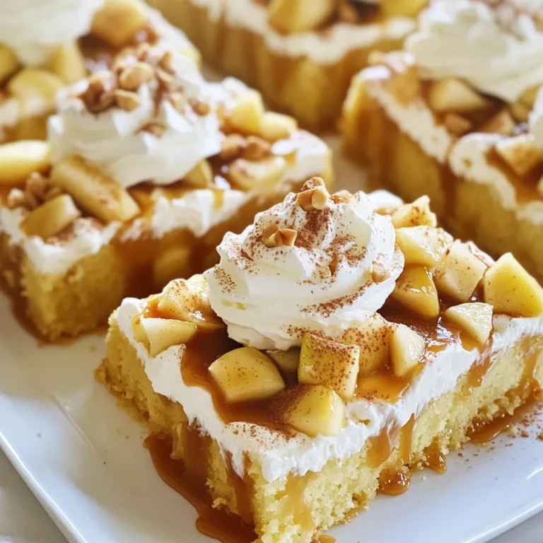 Für den Karamell-Apfel-Poke-Kuchen brauchst du folgende Zutaten: - 1 Packung Gelber Kuchenmix - 125 g ungesalzene Butter, geschmolzen - 3 große Eier - 240 ml Milch - 1 Teelöffel Vanilleextrakt - 2 Teelöffel gemahlener Zimt - 2 mittelgroße Äpfel, geschält, entkernt und gewürfelt (Granny Smith oder Honeycrisp empfohlen) - 240 ml Karamellsauce (fertig gekauft oder selbstgemacht) - 240 ml Schlagsahne (oder Schlagsahne) - Zusätzliche Karamellsauce zum Drizzeln - Gehackte Nüsse (optional, zur Garnierung) Die Wahl des richtigen Apfels macht viel aus. Granny Smith Äpfel sind sauer und geben einen tollen Kontrast zum süßen Karamell. Honeycrisp Äpfel sind süßer und knackiger. Beide Sorten sind ideal für diesen Kuchen. Achte darauf, dass die Äpfel frisch sind. Sie sollten fest und ohne Flecken sein. So bekommst du den besten Geschmack. Wenn du keine Karamellsauce hast, gibt es Alternativen. Du kannst eine Mischung aus braunem Zucker und Butter verwenden. Schmelze sie zusammen und lass sie etwas eindicken. Eine andere Option ist, Honig oder Ahornsirup zu nutzen. Diese Süßungen geben dem Kuchen auch einen besonderen Geschmack. Wähle die Variante, die dir am besten gefällt! Heize deinen Ofen auf 175 °C vor. Fette eine 23x33 cm große Backform gut ein. Das hilft, den Kuchen später leicht herauszunehmen. Nimm eine große Schüssel. Gib den Gelben Kuchenmix, die geschmolzene Butter, die Eier, die Milch, den Vanilleextrakt und den Zimt hinein. Rühre alles gut um, bis der Teig glatt ist. Jetzt kommen die gewürfelten Äpfel dazu. Mische sie vorsichtig unter den Teig. So verteilen sich die Äpfel gleichmäßig. Gieße den Teig in die Backform und streiche ihn glatt. Backe den Kuchen für 25 bis 30 Minuten. Er ist fertig, wenn ein Zahnstocher sauber herauskommt. Lass den Kuchen etwa 10 Minuten abkühlen. Steche dann mit einem Holzlöffel Löcher in die Oberseite. Das lässt die Karamellsauce gut einziehen. Gieße die warme Karamellsauce über den Kuchen. Lass ihn anschließend vollständig abkühlen. Um den perfekten Karamell-Apfel-Poke-Kuchen zu backen, sind ein paar einfache Tipps wichtig. Zuerst ist die Wahl der Äpfel entscheidend. Granny Smith und Honeycrisp sind ideal. Sie geben dem Kuchen den perfekten süß-sauren Geschmack. Außerdem sollten Sie den Kuchenteig gut mischen. Achten Sie darauf, dass keine Klumpen bleiben. Das sorgt für eine gleichmäßige Textur. Wenn Sie die Löcher stechen, verwenden Sie den Griff eines Holzlöffels. Stechen Sie vorsichtig, damit der Kuchen nicht bricht. Gießen Sie die Karamellsauce gleichmäßig über die warme Oberfläche. So zieht sie gut in die Löcher ein. Lassen Sie den Kuchen vollständig abkühlen, bevor Sie die Sahne hinzufügen. Selbstgemachte Karamellsauce ist einfach und lecker. Sie benötigen nur drei Zutaten: Zucker, Butter und Sahne. Erhitzen Sie den Zucker in einem Topf, bis er schmilzt. Rühren Sie immer, damit er nicht anbrennt. Wenn der Zucker goldbraun ist, fügen Sie die Butter hinzu. Rühren Sie, bis die Butter geschmolzen ist. Gießen Sie langsam die Sahne dazu und rühren Sie weiter. Lassen Sie die Sauce abkühlen, bevor Sie sie auf den Kuchen gießen. Diese Sauce wird den Kuchen noch besser machen. Wenn Sie eine Alternative zur Schlagsahne suchen, gibt es viele leckere Optionen. Sie können griechischen Joghurt verwenden. Er ist cremig und hat einen tollen Geschmack. Eine andere Möglichkeit ist Kokosnusscreme. Sie ist vegan und hat einen feinen Kokosgeschmack. Auch Vanilleeis passt gut zu diesem Kuchen. Es schmilzt leicht und macht alles noch süßer. Experimentieren Sie mit verschiedenen Toppings, um Ihren Lieblingsgeschmack zu finden. {{image_4}} Dieser Karamell-Apfel-Poke-Kuchen ist sehr anpassbar. Sie können ihm zusätzliche Aromen geben, um ihn einzigartig zu machen. Zum Beispiel können Sie gehackte Nüsse hinzufügen. Walnüsse oder Pekannüsse passen gut zu diesem Kuchen. Sie bringen einen schönen Crunch. Auch Trockenfrüchte sind eine tolle Wahl. Rosinen oder getrocknete Cranberries fügen eine süße Note hinzu. Mischen Sie die Zutaten einfach in den Teig, bevor Sie die Äpfel unterheben. Wenn Sie eine glutenfreie Variante wünschen, können Sie glutenfreies Mehl verwenden. Es gibt viele glutenfreie Kuchenmischungen auf dem Markt. Achten Sie darauf, die Anweisungen auf der Verpackung zu befolgen. Tauschen Sie den normalen Kuchenmix einfach gegen die glutenfreie Mischung aus. Das Ergebnis bleibt lecker und saftig. Für eine vegane Version des Kuchens können Sie einige einfache Änderungen vornehmen. Nutzen Sie pflanzliche Milch anstelle von Milch. Ersetzen Sie die Eier durch Apfelmus oder einen speziellen Ei-Ersatz. Auch die Butter können Sie durch Kokosöl oder Margarine ersetzen. Diese Änderungen machen den Kuchen vegan, aber immer noch köstlich und feucht. Genießen Sie die Vielfalt! Um deinen Karamell-Apfel-Poke-Kuchen frisch zu halten, lagere ihn in einem luftdichten Behälter. Das schützt ihn vor Feuchtigkeit und Gerüchen. Stelle sicher, dass der Kuchen vollständig abgekühlt ist, bevor du ihn verpackst. So bleibt die Textur perfekt. Im Kühlschrank hält sich der Kuchen etwa 3 bis 5 Tage. Die Karamellsauce bleibt in dieser Zeit schön klebrig und die Äpfel behalten ihren Geschmack. Wenn du den Kuchen länger aufbewahren möchtest, ist das Einfrieren eine gute Option. 1. Kuchen vorbereiten: Lass den Kuchen ganz abkühlen. Das ist wichtig, um Eisbildung zu vermeiden. 2. In Portionen schneiden: Teile den Kuchen in Stücke. So kannst du nur das nehmen, was du brauchst. 3. Einwickeln: Wickel jedes Stück in Frischhaltefolie. Danach kannst du sie in einen gefrierfesten Beutel legen. 4. Beschriften: Vergiss nicht, das Datum auf den Beutel zu schreiben. So weißt du, wie frisch der Kuchen ist. 5. Einfrieren: Der Kuchen hält sich bis zu 3 Monate im Gefrierfach. Wenn du ihn essen willst, lass ihn einfach über Nacht im Kühlschrank auftauen. Die Zubereitung des Karamell-Apfel-Poke-Kuchens dauert insgesamt etwa 1 Stunde und 30 Minuten. Davon entfallen etwa 15 Minuten auf die Vorbereitung. Der Kuchen muss dann 25 bis 30 Minuten backen. Nach dem Backen sollte der Kuchen 10 Minuten abkühlen, bevor Sie die Karamellsauce hinzufügen. Schließlich lassen Sie den Kuchen im Kühlschrank für mindestens eine Stunde kühlen. Ja, Sie können andere Obstsorten in diesem Rezept verwenden! Einige gute Optionen sind Birnen, Pfirsiche oder sogar Beeren. Diese Früchte können dem Kuchen eine andere Note verleihen. Wenn Sie saftigere Früchte wählen, sollten Sie die Menge an Karamellsauce eventuell anpassen. Achten Sie darauf, die Früchte gut vorzubereiten, indem Sie sie schälen und entkernen, wenn nötig. Wenn Ihre Karamellsauce zu dickflüssig ist, gibt es einfache Lösungen. Sie können die Sauce in einem kleinen Topf leicht erhitzen, um sie zu verdünnen. Fügen Sie etwas Wasser oder Sahne hinzu, um die gewünschte Konsistenz zu erreichen. Rühren Sie gut um, bis die Sauce flüssiger ist. Achten Sie darauf, die Sauce nicht zu stark zu erhitzen, da sie sonst anbrennen kann. Dieser Artikel hat dir gezeigt, welche Zutaten du für einen leckeren Poke-Kuchen brauchst. Du hast gelernt, wie du Äpfel auswählst und Karamellsauce machst. Ich habe dir auch eine klare Schritt-für-Schritt-Anleitung gegeben, um den Kuchen einfach und perfekt zuzubereiten. Denke daran, Variationen und Alternativen einzubeziehen, um deinen Kuchen zu personalisieren. Halte dir die Lagerungshinweise im Kopf, damit dein Kuchen frisch bleibt. Mit all diesen Tipps wirst du sicher viel Freude am Backen haben.