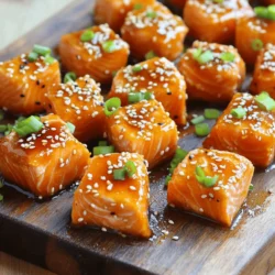 Für die Lachs-Bissen benötigst du: - 450 g Lachsfilet, ohne Haut und Gräten - 3 Esslöffel Honig - 2 Esslöffel Sriracha-Sauce (nach Geschmack anpassen) - 1 Esslöffel Sojasauce - 1 Esslöffel Limettensaft - 1 Teelöffel frisch geriebener Ingwer - 1 Knoblauchzehe, fein gehackt - Salz und schwarzer Pfeffer nach Geschmack Diese Zutaten bringen den perfekten Mix aus süß und scharf. Der Lachs bleibt saftig und zart. Für die Marinade mischst du Honig, Sriracha, Sojasauce, Limettensaft, Ingwer und Knoblauch. - Honig sorgt für Süße. - Sriracha fügt Schärfe hinzu. - Sojasauce gibt Umami. - Limettensaft bringt Frische. - Ingwer und Knoblauch verleihen Tiefe. Die Marinade ist einfach und voller Geschmack. Du kannst die Schärfe der Sriracha nach deinem Geschmack anpassen. Um die Lachs-Bissen noch besser zu machen, kannst du Sesamsamen und Frühlingszwiebeln verwenden. - Sesamsamen fügen Crunch hinzu. - Frühlingszwiebeln bieten Frische und Farbe. Serviere die Lachs-Bissen auf einem Bett aus Reis oder Quinoa. Du kannst auch Zahnstocher verwenden für eine einfache Vorspeise. Wenn du mehr Schärfe magst, träufle etwas extra Honig-Sriracha-Sauce darüber. Zuerst heizen Sie den Ofen auf 200°C vor. Das sorgt für eine gleichmäßige Hitze. Nehmen Sie ein Backblech und legen Sie es mit Backpapier aus. So bleibt alles sauber. Schneiden Sie das Lachsfilet in Würfel, etwa 2,5 cm groß. Legen Sie die Stücke in eine große Schüssel. In einer kleinen Schüssel mischen Sie die Marinade. Geben Sie 3 Esslöffel Honig, 2 Esslöffel Sriracha-Sauce, 1 Esslöffel Sojasauce, 1 Esslöffel Limettensaft, 1 Teelöffel frisch geriebenen Ingwer und 1 fein gehackte Knoblauchzehe hinein. Rühren Sie alles gut um. Gießen Sie die Mischung über die Lachswürfel. Tossieren Sie die Stücke sanft, bis sie gut überzogen sind. Lassen Sie den Lachs für 15-20 Minuten marinieren. So kann das Aroma gut einziehen. Nach dem Marinieren sind Sie bereit zum Backen. Verteilen Sie die Lachswürfel gleichmäßig auf dem Backblech. Streuen Sie etwas Salz und schwarzen Pfeffer darüber. Schieben Sie das Blech in den Ofen und backen Sie die Lachs-Bissen für 12-15 Minuten. Der Lachs sollte durchgegart sein und sich leicht mit einer Gabel zerteilen lassen. Sobald die Zeit um ist, nehmen Sie das Blech aus dem Ofen. Lassen Sie die Lachs-Bissen für einige Minuten ruhen. So bleiben sie saftig und zart. Jetzt kommt der spaßige Teil! Garnieren Sie die Lachs-Bissen mit Sesamsamen und gehackten Frühlingszwiebeln. Diese geben einen schönen Kontrast und frische Aromen. Servieren Sie die Lachs-Bissen mit Zahnstochern als leckere Vorspeise. Oder legen Sie sie auf ein Bett aus Reis oder Quinoa für ein Hauptgericht. Träufeln Sie etwas extra Honig-Sriracha-Sauce darüber für einen zusätzlichen Kick. Genießen Sie die Aromen! Um den besten Lachs zu kochen, sind einige Dinge wichtig. Achte darauf, frischen Lachs zu kaufen. Er sollte fest und glänzend sein. Schneide den Lachs in gleich große Stücke, etwa 2,5 cm. So garen sie gleichmäßig. Für das Backen verwende ein mit Backpapier ausgelegtes Blech. Das macht die Reinigung einfach und verhindert, dass der Lachs kleben bleibt. Sriracha gibt dem Lachs einen tollen Kick. Du kannst die Menge nach deinem Geschmack anpassen. Wenn du es milder magst, nimm weniger Sriracha. Du kannst auch etwas mehr Honig hinzufügen, um die Schärfe auszugleichen. Probiere es aus! Manche mögen es süßer, andere schärfer. Finde die perfekte Balance für dich. Lass den Lachs mindestens 15 bis 20 Minuten marinieren. So zieht die Sauce gut ein. Wenn du mehr Zeit hast, kannst du ihn auch länger marinieren. Achte darauf, dass die Marinade nicht zu dünnflüssig ist. Sie sollte schön am Lachs haften. Wenn die Sauce zu dick ist, kannst du etwas Wasser oder Limettensaft hinzufügen. So bekommst du die richtige Konsistenz. {{image_4}} Es gibt viele Möglichkeiten, die Glasur für deine Lachs-Bissen zu variieren. Probiere zum Beispiel eine Teriyaki-Glasur. Mische Sojasauce, Honig, und ein wenig Knoblauch. Eine Zitronen-Kräuter-Glasur ist auch lecker. Verwende Zitronensaft, frische Kräuter und etwas Olivenöl. Du kannst auch eine BBQ-Glasur ausprobieren. Kombiniere BBQ-Sauce mit ein wenig Honig und Essig für einen süßeren Geschmack. Wenn du eine vegane Option suchst, verwende Tofu oder Tempeh. Mariniere diese genauso wie den Lachs. Die Marinade aus Honig lässt sich durch Ahornsirup oder Agavendicksaft ersetzen. Für mehr Protein kannst du auch Hähnchenbrust verwenden. Halbiere die Hähnchenstücke, mariniere sie und backe sie wie die Lachs-Bissen. Diese Lachs-Bissen sind perfekt für viele Anlässe. Serviere sie als Fingerfood bei Partys. Stecke Zahnstocher hinein für eine einfache Handhabung. Für ein leichtes Abendessen lege sie auf ein Bett aus Reis oder Quinoa. Du kannst auch einen frischen Salat dazu reichen. Füge etwas extra Sauce hinzu für mehr Geschmack. Lachs-Bissen aus Honig-Sriracha bleiben frisch, wenn du sie richtig lagerst. Stelle sicher, dass die Bissen in einem luftdichten Behälter sind. So bleiben sie für bis zu drei Tage im Kühlschrank haltbar. Du solltest sie bei etwa 4 °C lagern. Wenn du Reste hast, lege sie nicht einfach auf einen Teller. Das kann die Textur und den Geschmack beeinträchtigen. Wenn du die Lachs-Bissen länger aufbewahren möchtest, friere sie ein. Lass die Bissen zuerst abkühlen. Lege sie auf ein Backblech und friere sie für etwa eine Stunde ein. Danach kannst du sie in einen Gefrierbeutel packen. So bleiben sie bis zu drei Monate frisch. Achte darauf, die Luft so gut wie möglich herauszudrücken. Das hilft, Gefrierbrand zu vermeiden. Du kannst die Reste kreativ nutzen. Füge die Lachs-Bissen zu einem Salat hinzu. Sie passen gut zu grünem Blattgemüse und einer leichten Vinaigrette. Oder mache Tacos! Erwärme die Bissen leicht und lege sie in Tortillas mit frischem Gemüse. Auch in einer Pfanne mit Reis oder Quinoa sind sie lecker. So verschwenden wir nichts und genießen neue Gerichte. Die Zubereitung von Lachs dauert etwa 35 Minuten. Dazu gehören 20 Minuten Vorbereitung und 15 Minuten Backzeit. Ja, gefrorener Lachs eignet sich gut. Lassen Sie ihn einfach vorher im Kühlschrank auftauen. Sriracha kann scharf sein, aber Sie können die Menge anpassen. Fügen Sie weniger hinzu, wenn Sie es milder mögen. Lachs-Bissen passen gut zu Reis, Quinoa oder einem frischen Salat. Auch Gemüse wie Brokkoli oder Zucchini sind lecker. Um glutenfreie Lachs-Bissen zu machen, verwenden Sie glutenfreie Sojasauce. So bleibt das Rezept glutenfrei und lecker. Zusammenfassend haben wir alle wichtigen Punkte für die Zubereitung von Honig-Sriracha-glasiertem Lachs behandelt. Wir schauten uns die Zutaten, die Schritte und Variationen an. Vergiss nicht, die Marinade nach deinem Geschmack anzupassen. Du kannst den Lachs nach Belieben garnieren und auch Reste kreativ nutzen. Probiere verschiedene Beilagen passend zu jedem Anlass. Mit diesen Tipps bereitest du ein leckeres Gericht, das alle begeistert. Viel Spaß beim Kochen!