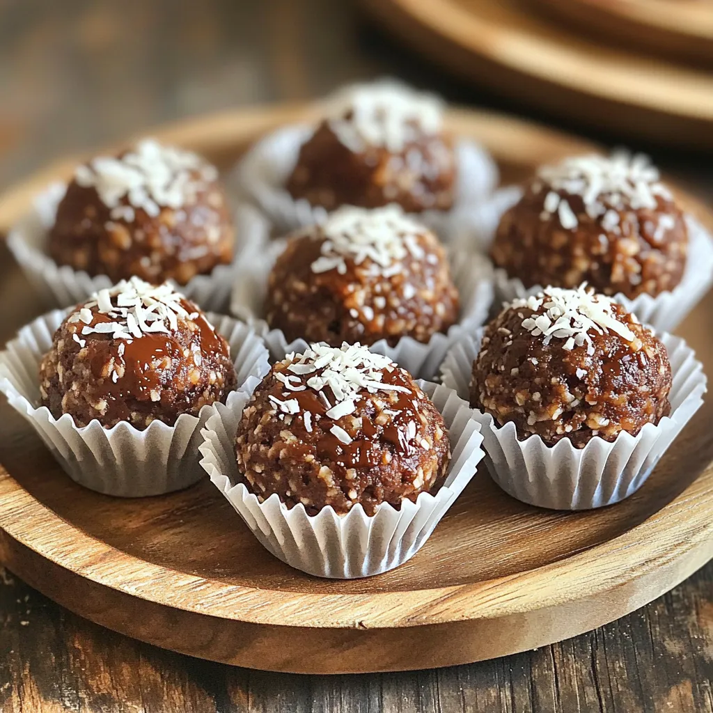 Die Hauptzutaten für diese Energie-Bällchen sind einfach und gesund. Du brauchst: - 1 Tasse Haferflocken - 1/2 Tasse Mandelbutter (oder Erdnussbutter) - 1/2 Tasse ungesüßte Kokosraspeln - 1/4 Tasse Honig oder Ahornsirup - 1/4 Tasse Kakaopulver - 1/4 Tasse Mini-Schokoladenstückchen (optional) - 1/2 Teelöffel Vanilleextrakt - Eine Prise Salz Diese Zutaten verbinden sich zu einem leckeren Snack. Haferflocken geben dir Energie, während die Nüsse gesunde Fette liefern. Kokosraspeln fügen einen tollen Geschmack hinzu. Wenn du keine Mandel- oder Erdnussbutter magst, gibt es viele Alternativen. Du kannst Sonnenblumenkernbutter oder Cashewbutter verwenden. Diese Optionen sind ebenfalls lecker und nahrhaft. Hast du eine Nussallergie? Dann sind die Alternativen ideal für dich. Für die Süße kannst du Honig oder Ahornsirup nutzen. Beide sorgen für einen natürlichen Geschmack. Wenn du eine vegane Option suchst, dann wähle einfach Ahornsirup. Du könntest auch Datteln pürieren, um die Mischung süßer zu machen. Probiere aus, was dir am besten gefällt! Um die No-Bake Schokoladen-Kokos-Energie-Bällchen zu machen, beginne mit den Zutaten. Du brauchst eine Tasse Haferflocken, eine halbe Tasse Mandel- oder Erdnussbutter und eine halbe Tasse ungesüßte Kokosraspeln. Es ist wichtig, dass du alle Zutaten bereitstellst, bevor du anfängst. So kannst du schnell arbeiten und die Schritte reibungslos durchführen. In einer großen Rührschüssel vermenge die Haferflocken, Mandelbutter und Kokosraspeln. Danach füge den Honig oder Ahornsirup, das Kakaopulver und die Mini-Schokoladenstückchen hinzu. Vergiss nicht, eine Prise Salz und ½ Teelöffel Vanilleextrakt beizufügen. Nutze einen Spatel oder deine Hände, um alles gut zu vermischen. Die Mischung sollte klebrig sein und gut zusammenhalten. Wenn sie zu trocken ist, füge mehr Mandelbutter oder Honig hinzu. Sobald die Mischung fertig ist, forme kleine Bällchen von etwa 2,5 cm Durchmesser. Lege die Bällchen auf ein mit Backpapier ausgelegtes Backblech. Stelle das Blech für 30 Minuten in den Kühlschrank, damit die Bällchen fest werden. Nach dem Kühlen sind sie bereit zum Genießen. Du kannst sie in einem luftdichten Behälter im Kühlschrank bis zu einer Woche aufbewahren. Ein häufiger Fehler ist, die Mischung nicht gut genug zu vermengen. Wenn die Zutaten nicht gleichmäßig verteilt sind, halten die Bällchen nicht zusammen. Achten Sie darauf, dass alle Zutaten gut vermischt sind. Außerdem kann es passieren, dass die Bällchen zu trocken sind. Fügen Sie in diesem Fall mehr Mandelbutter oder Honig hinzu. Um die Konsistenz zu verbessern, stellen Sie sicher, dass die Haferflocken frisch sind. Alte Haferflocken können die Mischung bröckelig machen. Wenn die Mischung zu feucht ist, fügen Sie mehr Kokosraspeln oder Haferflocken hinzu. Eine klebrige, aber formbare Mischung ergibt die besten Bällchen. Sie können die Bällchen mit verschiedenen Zutaten anpassen. Fügen Sie Trockenfrüchte wie Rosinen oder Cranberries hinzu. Oder verwenden Sie verschiedene Nussbutter für einen neuen Geschmack. Auch Gewürze wie Zimt oder Muskatnuss können einen besonderen Kick geben. Experimentieren Sie mit den Zutaten, um Ihre perfekte Mischung zu finden! {{image_4}} Du kannst die No-Bake Schokoladen-Kokos-Energie-Bällchen einfach aufpeppen. Füge zum Beispiel Trockenfrüchte wie Datteln oder Cranberries hinzu. Diese bringen zusätzliche Süße und einen tollen Biss. Auch Nüsse wie Walnüsse oder Mandeln passen gut. Sie fügen einen schönen Crunch hinzu. Denk daran, die Menge so anzupassen, dass die Mischung gut zusammenhält. Wenn du Veganer bist, kannst du den Honig durch Ahornsirup ersetzen. Er gibt den Bällchen die gleiche Süße. Achte darauf, glutenfreie Haferflocken zu wählen. Diese sind leicht erhältlich und schmecken genauso gut. So kannst du alle genießen, ohne Kompromisse bei der Ernährung einzugehen. Superfoods sind eine tolle Ergänzung. Du kannst Chiasamen oder Leinsamen hinzufügen. Diese geben den Bällchen einen Nährstoffkick. Auch Spirulina-Pulver ist eine interessante Wahl, um die Bällchen noch gesünder zu machen. Nüsse geben dir gesunde Fette. Kombiniere sie mit der Schokolade für einen leckeren Snack. Um die Energie-Bällchen frisch zu halten, lagere sie in einem luftdichten Behälter. Dieser Behälter schützt die Bällchen vor Luft und Feuchtigkeit. Wenn du die Bällchen kühl hältst, bleiben sie länger lecker und fest. Die beste Methode ist, die Bällchen im Kühlschrank aufzubewahren. Stelle sicher, dass der Behälter gut geschlossen ist. So bleiben die Bällchen bis zu einer Woche frisch. Du kannst sie auch auf einem Teller abgedeckt lagern, falls kein Behälter vorhanden ist. Die Haltbarkeit der Energie-Bällchen beträgt etwa eine Woche im Kühlschrank. Nach dieser Zeit können sie an Geschmack verlieren. Wenn du sie länger aufbewahren möchtest, friere sie ein. So bleiben sie bis zu drei Monate haltbar. Die Bällchen benötigen nur 10 Minuten zur Zubereitung. Nach der Mischung müssen sie 30 Minuten kühlen. Somit sind sie in nur 40 Minuten bereit. Ja, du kannst die Bällchen einfrieren. Lege sie in einen luftdichten Behälter. Sie halten sich bis zu drei Monate im Gefrierfach. Lass sie einfach etwas auftauen, wenn du sie essen willst. Ja, diese Energie-Bällchen sind gesund! Sie enthalten Haferflocken, die reich an Ballaststoffen sind. Mandelbutter liefert gesunde Fette und Proteine. Die Kokosraspeln geben dir einen zusätzlichen Nährstoffkick. Mit Honig oder Ahornsirup hast du eine natürliche Süße. In diesem Artikel habe ich die wichtigsten Zutaten, die Zubereitung und kreative Tipps für Energie-Bällchen behandelt. Du hast erfahren, wie du die besten Zutaten auswählst und häufige Fehler vermeidest. Denke daran, diese Bällchen sind vielseitig und leicht anzupassen. Lagere sie richtig, damit sie frisch bleiben. Viel Spaß beim Ausprobieren! Energie-Bällchen sind eine gesunde und leckere Snack-Option für jeden Tag. Du wirst sie lieben!