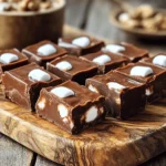 Um das Schokoladen-Marshmallow-Fudge zuzubereiten, benötigen Sie: - 2 Tassen Zartbitterschokoladenstückchen - 1 Dose (400 g) gesüßte Kondensmilch - 1 Tasse Mini-Marshmallows - 120 g ungesalzene Butter - 1 Teelöffel Vanilleextrakt - 120 g gehackte Walnüsse (optional) - Eine Prise Salz Die Mengen sind für 16 Stücke. Wenn Sie mehr Fudge wollen, verdoppeln Sie einfach die Zutaten. Für eine süßere Variante können Sie Vollmilchschokolade statt Zartbitter verwenden. Wenn Sie etwas mehr Crunch wünschen, fügen Sie Erdnüsse oder Karamellstückchen hinzu. Wählen Sie die Schokolade mit einem hohen Kakaoanteil für den besten Geschmack. Achten Sie darauf, frische Mini-Marshmallows zu verwenden. Sie bieten die beste Textur. Kaufen Sie ungesalzene Butter, um die Kontrolle über den Salzgehalt zu behalten. Wenn Sie Nüsse mögen, verwenden Sie frische Walnüsse. Sie verleihen dem Fudge einen tollen Biss. Zuerst bereite ich die Backform vor. Ich nehme eine quadratische Form von 20x20 cm. Dann lege ich sie mit Backpapier aus. Achte darauf, dass das Papier an den Rändern übersteht. So kann ich die Fudge später leicht herausnehmen. Jetzt stelle ich alle Zutaten bereit. Ich habe Zartbitterschokoladenstückchen, gesüßte Kondensmilch, Butter, Vanilleextrakt, Mini-Marshmallows und Walnüsse. Dann kommt der spannende Teil: die Schokoladenmischung. Ich nehme einen mittleren Topf und schalte die Hitze niedrig. In den Topf gebe ich die Zartbitterschokoladenstückchen, die gesüßte Kondensmilch und die Butter. Ich rühre ständig, bis die Mischung glatt ist. Die Schokolade muss vollständig geschmolzen sein. Jetzt nehme ich den Topf vom Herd und füge den Vanilleextrakt und eine Prise Salz hinzu. Ich rühre alles gut um, bis es perfekt vermischt ist. Nun wird es süß! Ich füge die Mini-Marshmallows und die gehackten Walnüsse hinzu, falls ich sie verwenden möchte. Ich falte die Zutaten vorsichtig in die Schokoladenmischung. So sind die Marshmallows und Nüsse gleichmäßig verteilt. Jetzt gieße ich die Fudge-Mischung in die vorbereitete Backform. Ich benutze einen Spachtel, um die Mischung gleichmäßig zu verteilen. Danach stelle ich die Form für mindestens zwei Stunden in den Kühlschrank, damit die Fudge fest wird. Ein häufiger Fehler ist, die Schokolade zu heiß zu machen. Hitze kann die Schokolade anbrennen. Halte die Temperatur niedrig und rühre ständig. Ein weiterer Fehler ist, die Marshmallows zu früh hinzuzufügen. Sie sollten erst nach dem Schmelzen der Schokolade hinzugefügt werden. So bleiben sie schön weich. Wenn du die Fudge zu lange im Kühlschrank lässt, wird sie zu hart. Überprüfe die Fudge nach zwei Stunden. Die richtige Kühlzeit ist wichtig. Die Fudge sollte mindestens zwei Stunden im Kühlschrank stehen. Achte darauf, dass sie gleichmäßig verteilt ist. So wird die Fudge überall gleich fest. Wenn du es schneller willst, kannst du die Form in den Gefrierschrank stellen. Aber lasse sie nicht länger als 30 Minuten dort. Das könnte die Textur verändern. Für eine schöne Präsentation lege die Fudge auf einen hübschen Teller. Du kannst sie mit Kakaopulver oder Meersalz bestreuen. Das gibt einen schönen Kontrast. Verwende ein scharfes Messer zum Schneiden. So bleiben die Kanten sauber. Du kannst die Fudge auch in kleine Tütchen verpacken. Das ist perfekt zum Verschenken! {{image_4}} Ich liebe es, mit verschiedenen Schokoladensorten zu experimentieren. Du kannst Milchschokolade, Zartbitterschokolade oder sogar weiße Schokolade verwenden. Jede Sorte gibt deiner Fudge einen eigenen Geschmack. Zum Beispiel, weiße Schokolade sorgt für eine süße und cremige Note. Zartbitterschokolade bringt eine schöne Tiefe und Bitterkeit. Du kannst auch eine Mischung aus diesen Sorten probieren. Das macht die Fudge noch interessanter! Erdnüsse sind eine großartige Ergänzung! Sie bringen einen knusprigen Biss und einen salzigen Geschmack. Karamellstückchen oder gesalzene Karamellsauce fügen eine süße und salzige Note hinzu. Du kannst auch getrocknete Früchte wie Cranberries oder Kirschen hinzufügen. Diese geben einen fruchtigen Kontrast zur Schokolade. Überlege, was du magst und experimentiere gerne! Ein Hauch von Minze macht die Fudge frisch und aufregend. Du kannst ein paar Tropfen Minzextrakt hinzufügen. Für einen fruchtigen Kick probiere etwas Orangenschale oder Orangensaft. Diese Aromen bringen einen neuen Geschmack in die Fudge. So wird jedes Stück zu einer kleinen Überraschung. Sei kreativ und finde deine Lieblingskombinationen! Um die Schokoladen-Marshmallow-Fudge frisch zu halten, sollten Sie sie richtig lagern. Legen Sie die Fudge-Quadrate in einen luftdichten Behälter. Trennen Sie die Schichten mit Backpapier, damit sie nicht zusammenkleben. So bleibt die Fudge weich und lecker. Im Kühlschrank hält die Fudge bis zu zwei Wochen. Wenn Sie die Fudge länger aufbewahren möchten, können Sie sie im Gefrierschrank lagern. Dort bleibt die Fudge bis zu drei Monate frisch. Denken Sie daran, die Fudge gut einzupacken, um Frostschäden zu vermeiden. Wenn Sie die Fudge wieder auftauen, lassen Sie sie langsam im Kühlschrank auftauen. Das hilft, die Textur zu bewahren. Vermeiden Sie das häufige Einfrieren und Auftauen, da dies die Qualität beeinträchtigen kann. Genießen Sie die Fudge am besten frisch, aber das Einfrieren ist eine tolle Option für später! Die Fudge braucht mindestens 2 Stunden im Kühlschrank, um fest zu werden. In dieser Zeit kühlt die Mischung ab und wird dick. Ich empfehle, die Fudge über Nacht im Kühlschrank zu lassen, wenn Sie die Zeit haben. So wird sie noch fester und lässt sich besser schneiden. Ja, Sie können die Fudge ohne Nüsse zubereiten. Die Walnüsse sind optional und dienen nur zur Textur. Wenn Sie keine Nüsse mögen oder haben, lassen Sie sie einfach weg. Die Fudge bleibt trotzdem köstlich und süß. Ja, die Fudge kann glutenfrei sein. Verwenden Sie einfach glutenfreie Schokoladenstückchen und prüfen Sie die Zutaten der gesüßten Kondensmilch. Achten Sie darauf, dass alle verwendeten Produkte glutenfrei sind. So können auch Personen mit Glutenunverträglichkeit genießen. Du hast alle wichtigen Schritte zum Zubereiten von Schokoladen-Marshmallow-Fudge erfahren. Wir haben die Zutaten, die Anleitung und nützliche Tipps besprochen. Denke an Variationen, um neuen Geschmack zu entdecken. Achte auf die richtige Lagerung, damit die Fudge lange frisch bleibt. Experimentiere mit verschiedenen Zutaten für deinen perfekten Genuss. Es ist einfach und macht Spaß. Viel Freude beim Fudge machen!