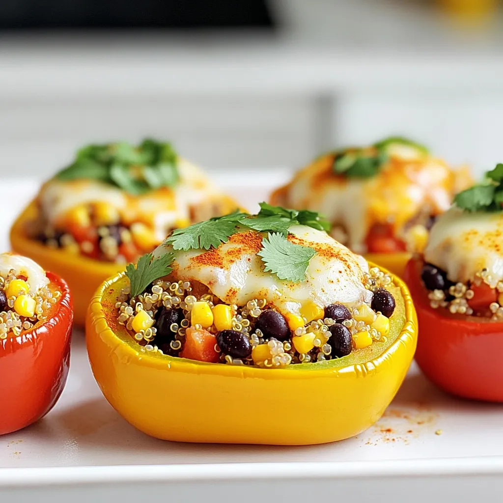 - 12 Mini-Süßpaprika, halbiert und entkernt - 1 Tasse gekochte Quinoa - 1/2 Tasse schwarze Bohnen, abgespült und abgetropft Diese Hauptzutaten machen unsere gefüllten Mini-Paprika so lecker und nahrhaft. Die Mini-Süßpaprika sind perfekt für diese Füllung. Sie sind klein, süß und bieten eine tolle Textur. Quinoa ist eine gesunde Wahl, die Ballaststoffe und Proteine liefert. Die schwarzen Bohnen fügen einen herzhaften Geschmack hinzu und machen die Füllung sättigend. - 1 Teelöffel Kreuzkümmel - 1 Teelöffel geräuchertes Paprikapulver - 1/2 Teelöffel Knoblauchpulver - 1/2 Teelöffel Zwiebelpulver - Salz und Pfeffer nach Geschmack Diese Gewürze bringen Leben in die Füllung. Kreuzkümmel fügt eine warme Note hinzu, während das geräucherte Paprikapulver einen tollen Geschmack und Farbe bringt. Knoblauch- und Zwiebelpulver sind klassische Aromen, die fast jedem Gericht Tiefe verleihen. Vergessen Sie nicht, mit Salz und Pfeffer zu würzen, um die Aromen zu verstärken. - 1/2 Tasse geriebener Käse (Cheddar oder Monterey Jack) - Frisch gehackter Koriander zur Garnitur Der Käse ist das i-Tüpfelchen! Er schmilzt schön und macht die Paprika noch köstlicher. Cheddar oder Monterey Jack sind großartige Optionen. Koriander bringt Frische und Farbe. Ein wenig auf die fertigen Paprika streuen, und Sie haben ein Gericht, das nicht nur gut schmeckt, sondern auch toll aussieht! Heizen Sie die Heißluftfritteuse auf 190°C vor. Das sorgt für gleichmäßige Hitze. Während die Fritteuse sich aufheizt, bereiten Sie die Füllung vor. Mischen Sie in einer großen Schüssel die gekochte Quinoa, schwarzen Bohnen, Mais und gewürfelte Tomaten. Fügen Sie Kreuzkümmel, geräuchertes Paprikapulver, Knoblauchpulver, Zwiebelpulver, Salz und Pfeffer hinzu. Rühren Sie alles gut durch, bis die Zutaten gleichmäßig verteilt sind. So wird jede Paprika lecker gefüllt. Jetzt kommt der spaßige Teil: das Füllen! Nehmen Sie die Mini-Süßpaprika und halbieren Sie sie. Entfernen Sie die Kerne. Löffeln Sie dann die Füllung in jede Hälfte. Drücken Sie die Füllung sanft hinein, damit sie gut sitzt. Achten Sie darauf, die Paprika nicht zu überfüllen. Zu viel Füllung kann beim Frittieren herausquellen. Platzieren Sie die gefüllten Paprika in den Korb der Heißluftfritteuse. Legen Sie sie in einer einzigen Schicht, damit sie gleichmäßig garen. Frittieren Sie die gefüllten Paprika für 10 bis 12 Minuten. Sie sollten zart sein und die Ränder leicht knusprig werden. Nach der ersten Garzeit streuen Sie den geriebenen Käse auf jede Paprika. Geben Sie sie für weitere 2 bis 3 Minuten in die Heißluftfritteuse. So schmelzen der Käse und blubbern leicht. Nehmen Sie die Paprika heraus und lassen Sie sie kurz abkühlen. Garnieren Sie sie dann mit frisch gehacktem Koriander. So sieht Ihr Gericht noch schöner aus! Um die perfekte Konsistenz für die Quinoa zu erreichen, koche sie mit dem richtigen Wasserverhältnis. Verwende zwei Teile Wasser für jeden Teil Quinoa. Lasse sie dann 15 Minuten lang kochen und lasse sie danach ruhen. Diese Technik gibt dir lockere und zarte Quinoa-Körner. Für die Mini-Paprika ist es wichtig, sie zart, aber nicht matschig zu machen. Halbiere sie und entferne die Kerne. Die Heißluftfritteuse bei 190°C vorheizen. Achte darauf, die Paprika nicht zu lange zu frittieren. 10 bis 12 Minuten sind ideal. So bleiben sie knackig und lecker. Frische Kräuter bringen mehr Geschmack. Koriander passt gut zu diesen gefüllten Paprika. Du kannst auch Petersilie oder Basilikum verwenden. Diese Kräuter geben den Paprika einen frischen Kick. Variiere die Gewürzmischung nach deinem Geschmack. Füge Chili für etwas Schärfe hinzu oder verwende italienische Kräuter für einen anderen Flair. Das Experimentieren mit Gewürzen macht das Gericht spannend und einzigartig. Präsentiere die gefüllten Paprika auf einem bunten Teller. Anrichten in einem Kreis sieht schön aus. Garniere sie mit frischem Koriander in der Mitte. Das macht die Farben lebendig und lädt zum Essen ein. Beilagen, die gut dazu passen, sind ein einfacher grüner Salat oder Reis. Diese Beilagen ergänzen die Aromen der gefüllten Paprika und machen das Essen zu einem besonderen Erlebnis. {{image_4}} Für eine vegetarische oder vegane Variante können Sie Tofu oder Tempeh verwenden. Diese Zutaten sind reich an Protein und geben der Füllung eine schöne Textur. Zerbröseln Sie den Tofu oder schneiden Sie den Tempeh in kleine Stücke. Mischen Sie sie dann mit der Quinoa und den anderen Zutaten. Zusätzlich können Sie alternative Füllungen ausprobieren. Statt Quinoa können Sie auch Hirse oder sogar Linsen verwenden. Diese Optionen sind gesund und geben den Mini-Paprikas einen neuen Geschmack. Wenn Sie eine Low-Carb-Version möchten, verwenden Sie Blumenkohlreis anstelle von Quinoa. Blumenkohlreis hat weniger Kohlenhydrate und ist eine tolle Wahl. Sie können ihn einfach zubereiten, indem Sie frischen Blumenkohl reiben oder kaufen. Reduzieren Sie auch die Menge an Bohnen in der Füllung. Statt einer halben Tasse können Sie nur ein Viertel verwenden. So bleibt die Füllung leicht und gesund. Um internationale Geschmäcker zu entdecken, probieren Sie eine mediterrane Version. Fügen Sie zerbröckelten Feta zur Füllung hinzu. Der Feta bringt einen salzigen, cremigen Geschmack, der gut zu den Paprikas passt. Eine mexikanische Variante mit Chorizo ist ebenfalls lecker. Ersetzen Sie die schwarzen Bohnen durch gewürfelte Chorizo. Diese Wurst bringt ein tolles Aroma und eine würzige Note in die Füllung. Genießen Sie die Vielfalt und passen Sie die Rezepte an Ihren Geschmack an! - Kühlschranklagerung: Bewahren Sie die gefüllten Mini-Paprika in einem luftdichten Behälter auf. Sie bleiben bis zu drei Tage frisch. - Einfrieren für längere Haltbarkeit: Wenn Sie die Paprika länger aufbewahren möchten, frieren Sie sie ein. Legen Sie sie in einen gefrierfesten Behälter oder in einen Beutel. Sie halten bis zu drei Monate. - Mikrowelle vs. Heißluftfritteuse: Die Mikrowelle ist schnell, aber die Heißluftfritteuse sorgt für eine knusprige Textur. Ich empfehle die Heißluftfritteuse für ein besseres Ergebnis. - Tipps für das beste Ergebnis beim Aufwärmen: Wenn Sie die Heißluftfritteuse verwenden, stellen Sie sie auf 180°C. Fügen Sie die Paprika hinzu und erwärmen Sie sie 5-7 Minuten. So bleiben sie knusprig. - Wie lange sind gefüllte Paprika haltbar?: Im Kühlschrank halten sie bis zu drei Tage. Im Gefrierfach bis zu drei Monate. - Hinweise auf mögliche Veränderungen beim Lagern: Achten Sie auf Geruch oder Farbe. Wenn die Paprika matschig werden, sollten Sie sie wegwerfen. Die Zubereitung von gefüllten Mini-Paprika dauert insgesamt etwa 25 Minuten. Davon sind 15 Minuten für die Vorbereitung nötig. In dieser Zeit kannst du die Quinoa kochen und die anderen Zutaten vorbereiten. Dann benötigt die Heißluftfritteuse 10 bis 12 Minuten, um die Paprika zu garen. Wenn du Käse hinzufügst, kommen noch weitere 2 bis 3 Minuten hinzu. Ja, du kannst die Mini-Paprika auch im Ofen zubereiten. Der Hauptunterschied zwischen der Heißluftfritteuse und dem Ofen liegt in der Garzeit und der Textur. Im Ofen dauert das Garen länger, etwa 20 bis 25 Minuten bei 200 °C. Die Heißluftfritteuse gibt den Paprika eine knusprigere Oberfläche. Wenn du sie im Ofen machst, solltest du die Paprika auf ein Backblech legen und sie regelmäßig wenden. Es gibt viele leckere Beilagen, die gut zu gefüllten Mini-Paprika passen. Hier sind einige Ideen: - Ein frischer grüner Salat mit einem leichten Dressing - Reis oder Quinoa als einfache Beilage - Guacamole oder Salsa für einen zusätzlichen Geschmack - Tortilla-Chips für etwas Knuspriges - Ein Joghurtdip, der gut die Schärfe ausgleicht Experimentiere mit verschiedenen Beilagen, um dein Gericht noch interessanter zu machen! Gefüllte Mini-Paprika sind einfach und lecker. Du kannst sie mit Quinoa und Bohnen füllen. Die Gewürze wie Kreuzkümmel und Paprika machen das Gericht spannend. Probiere verschiedene Varianten aus, wie vegetarisch oder mit Chorizo. Denke an die Aufbewahrung, damit sie frisch bleiben. Mit diesen Tipps machst du das perfekte Gericht. Egal, ob für eine Feier oder ein schnelles Abendessen, gefüllte Mini-Paprika sind immer ein Hit. Viel Spaß beim Kochen und Ausprobieren!
