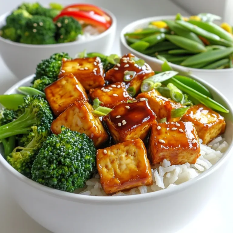 Für diese leckeren Tofu-Schalen brauche ich einige Hauptzutaten. Diese sind: - 1 Block fester Tofu, gepresst und abgetropft - 400 g gekochter Jasminreis oder Quinoa - 150 g Brokkoliröschen - 150 g Zuckerschoten - 1/2 rote Paprika, in Scheiben geschnitten - 2 Frühlingszwiebeln, gehackt - Sesamsamen zum Garnieren Tofu ist die Hauptzutat. Er gibt den Schalen eine schöne Textur. Ich verwende festen Tofu, weil er gut die Marinade aufnimmt. Die Marinade macht den Tofu extra schmackhaft. Du brauchst dafür: - 60 ml Teriyaki-Sauce - 15 ml Sojasauce - 15 ml Sesamöl - 5 g Maisstärke Die Teriyaki-Sauce gibt dem Tofu seinen süßen Geschmack. Sojasauce sorgt für Umami. Sesamöl bringt ein nussiges Aroma. Die Maisstärke macht den Tofu knusprig. Gemüse macht die Schalen bunt und gesund. Hier sind meine Favoriten: - Brokkoli ist knackig und voller Nährstoffe. - Zuckerschoten sind süß und zart. - Rote Paprika bringt Farbe und Vitamine. Du kannst auch anderes Gemüse verwenden, wie Karotten oder Spinat. Vielfalt macht das Essen spannend und lecker. Zuerst schneide ich den festen Tofu in kleine Würfel. Es ist wichtig, den Tofu gut zu pressen, damit er nicht zu wässrig ist. Dann mache ich die Marinade. Ich vermenge Teriyaki-Sauce, Sojasauce, Sesamöl und Maisstärke in einer Schüssel. Diese Mischung sorgt für einen tollen Geschmack. Ich gebe die Tofuwürfel in die Marinade und wende sie gut. Ich lasse sie mindestens 15 Minuten ziehen. So kann der Tofu die Aromen aufnehmen. Jetzt heize ich den Air Fryer auf 190 °C vor. Das dauert etwa 5 Minuten. Ich lege die marinierten Tofuwürfel in den Korb. Sie sollten in einer einzigen Schicht liegen. Dann koche ich sie für 15 Minuten. Ich schüttle den Korb nach 7 Minuten. So werden sie gleichmäßig knusprig und goldbraun. Während der Tofu kocht, bereite ich das Gemüse vor. Ich dämpfe die Brokkoliröschen und Zuckerschoten für 3-4 Minuten. Sie sollten leuchtend grün und bissfest sein. In einer separaten Pfanne brate ich die rote Paprika für 2-3 Minuten an. Wenn sie zart ist, mische ich das gesamte Gemüse und brate es noch eine Minute. Jetzt kommt der beste Teil! In Servierschüsseln gebe ich zuerst den gekochten Jasminreis oder Quinoa. Darauf kommen die gebratenen Gemüse. Zum Schluss lege ich die knusprigen Teriyaki-Tofu-Würfel darauf. Um das Gericht zu garnieren, streue ich gehackte Frühlingszwiebeln und Sesamsamen obenauf. Das sieht toll aus und schmeckt fantastisch! Um Tofu gut anzubraten, brauchen Sie festen Tofu. Drücken Sie den Tofu vor dem Kochen gut aus. Das entfernt überschüssige Flüssigkeit und macht ihn knuspriger. Schneiden Sie den Tofu in gleichmäßige Würfel. So garen die Stücke gleichmäßig. Verwenden Sie die richtige Temperatur im Air Fryer: 190 °C ist ideal. Schütteln Sie den Korb während des Kochens. Das sorgt für eine gleichmäßige Bräunung. Die Marinade ist wichtig für den Geschmack. Mischen Sie Teriyaki-Sauce, Sojasauce und Sesamöl gut. Fügen Sie Maisstärke hinzu, um die Sauce dickflüssiger zu machen. Lassen Sie den Tofu mindestens 15 Minuten marinieren. Je länger der Tofu in der Marinade bleibt, desto mehr Geschmack nimmt er auf. Wenn Sie Zeit haben, marinieren Sie ihn sogar bis zu einer Stunde. Ein guter Air Fryer ist ein Muss für dieses Rezept. Achten Sie darauf, dass er genug Platz bietet. Eine große Schüssel ist hilfreich für das Marinieren. Verwenden Sie einen Spatel, um den Tofu vorsichtig zu wenden. Ein Dampfkorb ist praktisch, um das Gemüse zuzubereiten. Diese Werkzeuge machen das Kochen einfacher und schneller. {{image_4}} Du kannst die Reisbasis einfach austauschen. Quinoa ist eine tolle Wahl. Es hat viele Nährstoffe und ist glutenfrei. Du kannst auch braunen Reis verwenden. Er hat mehr Ballaststoffe als weißer Reis. Eine andere Option sind Blumenkohlreis oder Zoodles. Diese sind kalorienärmer und bringen frisches Gemüse auf den Tisch. Das Rezept ist schon vegan, da es keinen Fleischanteil hat. Wenn du es noch pflanzlicher machen möchtest, probiere verschiedene Marinaden. Statt Teriyaki-Sauce kannst du auch eine selbstgemachte Erdnusssauce verwenden. Das gibt dem Gericht einen neuen Kick. Du kannst auch mehr Gemüse hinzufügen. Auberginen oder Spinat passen gut dazu. Möchtest du es schärfer? Füge etwas Sriracha oder Chili-Flocken hinzu. Das gibt deinem Gericht eine feurige Note. Du kannst auch frischen Ingwer oder Knoblauch in die Marinade geben. Das sorgt für mehr Tiefe im Geschmack. Ein Spritzer Limettensaft am Ende bringt Frische und wird deine Gäste überraschen. Um die Reste Ihrer Teriyaki-Tofu-Schalen gut aufzubewahren, nutzen Sie luftdichte Behälter. Füllen Sie die Schalen mit Reis, Gemüse und Tofu. Lassen Sie die Mischung abkühlen, bevor Sie den Deckel aufsetzen. Stellen Sie sicher, dass die Reste im Kühlschrank lagern. So bleiben sie frisch für mehrere Tage. Um die Reste aufzuwärmen, benutzen Sie Ihren Air Fryer. Stellen Sie ihn auf 180 °C ein. Legen Sie die Tofuwürfel und das Gemüse in den Korb. Erhitzen Sie alles für etwa 8 bis 10 Minuten. Schütteln Sie den Korb einmal, um gleichmäßige Erwärmung zu gewährleisten. So wird das Gericht knusprig und lecker. Die Haltbarkeit der Zutaten variiert. Tofu hält sich im Kühlschrank etwa eine Woche. Gekochter Reis bleibt 4 bis 6 Tage frisch. Gemüse wie Brokkoli und Zuckerschoten sind 3 bis 5 Tage haltbar. Achten Sie darauf, alles gut zu lagern, um die Frische zu erhalten. Um Teriyaki-Sauce selbst zu machen, brauchst du: - 60 ml Sojasauce - 30 ml Honig oder Ahornsirup - 15 ml Reisessig - 15 ml Mirin (süßer Reiswein) oder Wasser - 1 Knoblauchzehe, gehackt - 1 Teelöffel frisch geriebenen Ingwer Mische alle Zutaten in einem kleinen Topf. Koche die Mischung bei mittlerer Hitze. Rühre oft um, bis die Sauce leicht eindickt. Lass sie abkühlen, bevor du sie verwendest. Diese Sauce ist lecker und passt gut zu vielen Gerichten. Ja, du kannst andere Gemüsesorten verwenden. Einige leckere Optionen sind: - Karotten, in dünne Scheiben geschnitten - Zucchini, gewürfelt - Pilze, in Scheiben geschnitten - Spinat oder Grünkohl, grob gehackt Das Gemüse sollte knackig und frisch sein. Du kannst auch saisonales Gemüse wählen, um Abwechslung zu schaffen. So bleibt dein Gericht spannend und bunt. Teriyaki-Tofu-Schalen sind nahrhaft. Sie bieten viele wichtige Nährstoffe. Hier sind einige Nährwerte pro Portion: - Kalorien: etwa 400 kcal - Protein: ca. 20 g - Kohlenhydrate: rund 60 g - Fett: etwa 10 g Tofu liefert hochwertiges Protein. Das Gemüse bringt Vitamine und Mineralstoffe. Jasminreis oder Quinoa bietet gesunde Kohlenhydrate. Dieses Gericht ist also nicht nur lecker, sondern auch gesund! Die Tofu-Schalen bieten viele Möglichkeiten. Wir haben die Hauptzutaten, Marinade und Gemüse besprochen. Sie erfahren, wie man Tofu zubereitet und kocht. Ich habe Tipps gegeben, wie man Tofu perfekt anbrät und seine Marinierzeit optimiert. Außerdem meditieren wir über Variationen und Lagerung. Denken Sie daran, mit verschiedenen Gemüsesorten zu experimentieren. Gesunde Beilagen und würzige Optionen bringen Abwechslung. Bereiten Sie sich vor, neue Aromen zu entdecken und Spaß beim Kochen zu haben. Genießen Sie jede Schüssel!