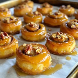 - gekühlter Croissant-Teig - Kristallzucker - gemahlener Zimt - ungesalzene Butter - Puderzucker - reiner Ahornsirup - Milch oder Sahne - Prise Salz - optional: gehackte Pekannüsse Für die Zubereitung der Maple Glazed Cinnamon Roll Bites benötigst du frische, einfache Zutaten. Beginne mit einer Dose gekühltem Croissant-Teig. Dieser Teig macht die Bites weich und fluffig. Du brauchst auch Kristallzucker, um einen süßen Geschmack zu erzeugen. Gemahlener Zimt verleiht den Bites die perfekte Würze. Ungesalzene Butter sorgt für einen reichen, buttrigen Geschmack. Für die Glasur sind Puderzucker, reiner Ahornsirup und eine kleine Menge Milch oder Sahne wichtig. Diese Zutaten machen die Glasur cremig und süß. Eine Prise Salz hebt die Aromen hervor. Wenn du möchtest, kannst du gehackte Pekannüsse hinzufügen. Diese geben den Bites einen schönen Crunch. Achte darauf, frische Zutaten zu wählen. So werden die Bites noch besser! Heize den Ofen auf 190 °C (375 °F) vor. Lege ein Backblech mit Backpapier aus. Das verhindert, dass die Bites anhaften. So bleibt alles schön sauber und einfach. Rolle den gekühlten Croissant-Teig auf einer sauberen Fläche aus. Drücke die Nähte gut zusammen, sodass ein großes Rechteck entsteht. Das hilft, die Füllung gut zu halten. Mische in einer kleinen Schüssel den Kristallzucker mit dem gemahlenen Zimt. Streue diese Mischung auf den ausgerollten Teig. Verteile dann die geschmolzene Butter gleichmäßig auf dem Teig. Beginne an einem Ende und rolle den Teig fest auf. Schneide die Rolle in Stücke von etwa 2,5 cm. Lege die Stücke mit Abstand auf das Backblech. Backe die Zimtrollen-Bites für 12 bis 15 Minuten. Achte darauf, dass sie goldbraun und aufgebläht sind. Während die Bites backen, bereite die Glasur vor. Mische Puderzucker, reinen Ahornsirup, Milch und eine Prise Salz in einer Schüssel. Rühre alles gut, bis die Glasur glatt ist. Lass die Bites nach dem Backen etwa 5 Minuten abkühlen. Träufle die Ahorn-Glasur über die warmen Bites. Falls gewünscht, bestreue sie mit gehackten Pekannüssen für mehr Crunch und Geschmack. Um perfekte Zimtrollen-Bites zu machen, ist das Ausrollen wichtig. Rollen Sie den Croissant-Teig gleichmäßig aus. Drücken Sie die Nähte gut zusammen, damit die Füllung nicht herausläuft. Die Zimt-Zucker-Mischung sollte gleichmäßig verteilt sein. So schmeckt jeder Biss lecker. Die Backzeit und Temperatur können variieren. Jeder Ofen ist anders. Stellen Sie sicher, dass Ihr Ofen auf 190 °C vorgeheizt ist. Backen Sie die Bites für 12 bis 15 Minuten. Achten Sie darauf, dass sie goldbraun sind. Wenn sie zu schnell bräunen, senken Sie die Temperatur etwas. Servieren Sie die Zimtrollen-Bites warm. Träufeln Sie die Ahorn-Glasur großzügig darüber. Für eine schöne Note können Sie Pekannüsse darüber streuen. Das sieht toll aus und gibt einen zusätzlichen Crunch. Stellen Sie die Bites auf einem schönen Teller auf. So werden sie zum Blickfang auf jedem Tisch. {{image_4}} Um Ihre Maple Glazed Cinnamon Roll Bites noch spannender zu machen, können Sie zusätzliche Gewürze verwenden. Muskatnuss ist eine großartige Wahl. Sie hat einen warmen, süßen Geschmack, der wunderbar mit dem Zimt harmoniert. Fügen Sie eine Prise Muskatnuss zur Zimt-Zucker-Mischung hinzu. Dies gibt den Bites eine neue Tiefe. Experimentieren Sie auch mit Ingwer oder Nelken, um verschiedene Aromen zu entdecken. Wenn Sie glutenfrei essen, gibt es einfache Lösungen. Verwenden Sie glutenfreien Teig anstelle von Croissant-Teig. Viele Marken bieten leckere, vorgefertigte Alternativen. Achten Sie darauf, dass der Teig gut aufgerollt werden kann. Die Zubereitung bleibt gleich. Ihre Bites werden trotzdem fluffig und köstlich. Ein glutenfreies Rezept kann genauso gut schmecken wie das Original. Für eine vegane Variante tauschen Sie die Butter gegen vegane Butter. Auch die Milch können Sie durch eine Pflanzenmilch ersetzen. Mandelmilch oder Hafermilch sind gute Optionen. Diese Zutaten sorgen dafür, dass die Bites vegan bleiben. Achten Sie darauf, einen hochwertigen Ahornsirup zu verwenden. So bleibt der Geschmack voll und reichhaltig. Vegane Maple Glazed Cinnamon Roll Bites sind ein Genuss für alle! Die Aufbewahrung dieser Bites ist einfach. Wenn Sie Reste haben, können Sie sie im Kühlschrank oder Gefrierschrank lagern. - Kühlschrank: Legen Sie die Bites in einen luftdichten Behälter. So bleiben sie frisch. Dort halten sie etwa 3 bis 5 Tage. - Gefrierschrank: Für längere Lagerung legen Sie die Bites in einen Gefrierbeutel. So bleiben sie bis zu 2 Monate gut. Achten Sie darauf, die Luft herauszudrücken, bevor Sie den Beutel schließen. Wie lange bleiben die Bites frisch? Im Kühlschrank sind sie 3 bis 5 Tage haltbar. Wenn Sie sie im Gefrierschrank aufbewahren, können Sie sie bis zu 2 Monate genießen. Nach dem Auftauen können Sie sie im Kühlschrank weitere 3 Tage lagern. Die besten Methoden zum Aufwärmen dieser Bites sind einfach und schnell. - Mikrowelle: Legen Sie die Bites auf einen mikrowellengeeigneten Teller. Wärmen Sie sie für 10 bis 15 Sekunden auf. Überprüfen Sie die Temperatur, bevor Sie sie essen. - Ofen: Heizen Sie den Ofen auf 175 °C (350 °F) vor. Legen Sie die Bites auf ein Backblech und backen Sie sie für 5 bis 7 Minuten. So bleiben sie knusprig. Diese Methoden helfen, den köstlichen Geschmack und die Textur zu bewahren. Die Zubereitung dieser leckeren Bites dauert nur 15 Minuten. Die gesamte Zeit von Beginn bis Ende beträgt 30 Minuten. Das bedeutet, dass du in kurzer Zeit ein tolles Dessert zubereiten kannst. Ja, du kannst den Teig im Voraus vorbereiten. Rolle den Teig und schneide die Stücke. Lege sie dann auf ein Blech und decke sie ab. Du kannst sie im Kühlschrank für bis zu 24 Stunden aufbewahren. So sparst du Zeit, wenn du bereit bist, sie zu backen. Für die besten Ergebnisse solltest du frische und hochwertige Zutaten wählen. Kaufe den gekühlten Croissant-Teig in einem guten Geschäft. Achte auf reinen Ahornsirup, da er den besten Geschmack liefert. Verwende auch frischen Zimt und ungesalzene Butter. Diese Zutaten machen deine Bites besonders lecker. Die klassischen Zimtrollen-Bites sind nicht vegan, da sie Butter und Milch enthalten. Du kannst jedoch vegane Alternativen nutzen. Verwende vegane Butter und eine pflanzliche Milchalternative. So kannst du die Bites auch für eine vegane Diät genießen. Die Zimtrollen-Bites sind einfach und lecker. Wir haben wichtige Zutaten und einen klaren Prozess festgelegt. Die optimalen Backbedingungen und Präsentationstipps helfen dir, perfekte Bites zuzubereiten. Kreative Variationen wie glutenfreie und vegane Optionen erweitern deine Möglichkeiten. Halte Reste frisch mit einfachen Aufbewahrungs-Tipps und aufwärmenden Methoden. Mit diesen Informationen kannst du nicht nur schmackhafte Snacks zaubern, sondern auch deine Gäste beeindrucken. Viel Spaß beim Ausprobieren dieser süßen Leckerei!