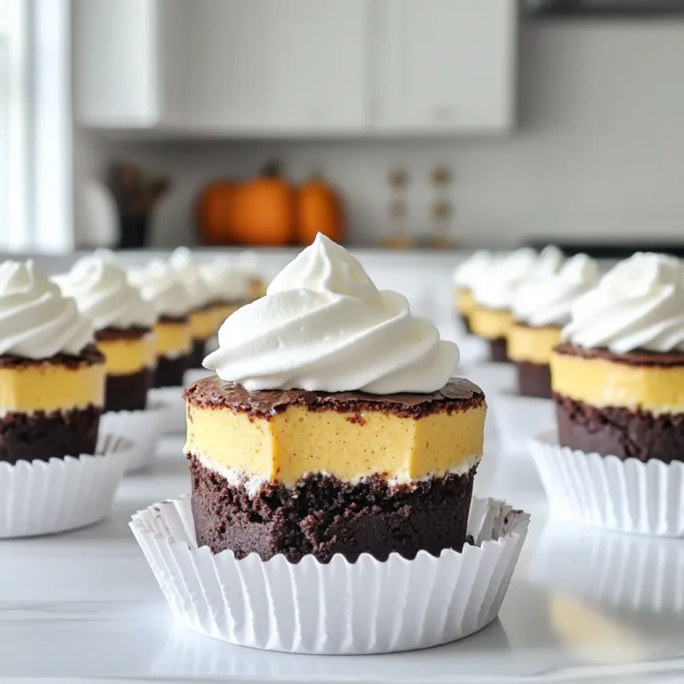 Für die Basis dieser leckeren Tassen brauchen wir: - 115 g ungesalzene Butter, geschmolzen - 200 g Zucker - 2 große Eier - 1 Teelöffel Vanilleextrakt - 40 g ungesüßtes Kakaopulver - 65 g Weizenmehl - 1/4 Teelöffel Salz - 1/4 Teelöffel Backpulver Diese Zutaten schaffen einen dichten und schokoladigen Boden. Die Mischung aus Butter und Zucker gibt den Brownies ihren köstlichen Geschmack. Für die cremige Füllung benötigen wir: - 225 g Frischkäse, weich - 50 g Zucker - 120 g Kürbispüree - 1 großes Ei - 1 Teelöffel Vanilleextrakt - 1 Teelöffel Kürbiskuchengewürz Diese Zutaten sorgen für eine fluffige und aromatische Schicht. Der Frischkäse und das Kürbispüree bringen eine wunderbare Textur und Geschmack. Um die Tassen zuzubereiten, benötigen Sie: - Muffinblech - Papierförmchen - 2 mittelgroße Schüsseln - Rührschüssel - Löffel und Schneebesen Mit diesen Utensilien gelingt die Zubereitung ganz einfach. Das Muffinblech und die Papierförmchen helfen dabei, die Tassen perfekt zu formen. Heize deinen Ofen auf 175°C vor. Nimm ein Muffinblech und lege es mit Papierförmchen aus. Diese Förmchen helfen, die Tassen leicht herauszunehmen. Dies ist ein wichtiger Schritt für die perfekte Form. In einer großen Schüssel vermenge zuerst die geschmolzene Butter und den Zucker. Rühre die beiden gut zusammen. Danach füge die Eier und den Vanilleextrakt hinzu. Rühre weiter, bis die Mischung glatt ist. In einer anderen Schüssel mische das Kakaopulver, das Mehl, das Salz und das Backpulver. Mische die trockenen Zutaten langsam in die feuchte Mischung. Rühre nur so lange, bis alles gut vermischt ist. Nimm eine Rührschüssel und schlage den weichen Frischkäse mit dem Zucker. Mische, bis es schön glatt ist. Füge dann das Kürbispüree, das Ei, den Vanilleextrakt und das Kürbiskuchengewürz hinzu. Mixe alles gut, bis die Mischung einheitlich aussieht. Diese Schicht bringt den tollen Geschmack. Gib etwa 1 Esslöffel der Brownie-Masse in jedes Förmchen. Verwende die Rückseite eines Löffels, um die Masse gleichmäßig zu verteilen. Jetzt löffel die Kürbis-Käsekuchen-Mischung auf die Brownie-Schicht. Fülle die Tassen etwa bis zu zwei Drittel voll. Stelle das Muffinblech in den Ofen und backe die Tassen für 20-25 Minuten. Die Ränder sollten fest sein, während die Mitte leicht wackelt. Nach dem Backen nimm das Blech aus dem Ofen. Lass die Tassen etwa 10 Minuten im Blech abkühlen. Danach lege sie auf ein Kuchengitter, um sie vollständig abkühlen zu lassen. Wenn sie kalt sind, kannst du sie mit Schlagsahne oder Zimt dekorieren. Das gibt einen schönen Touch! Um die Brownies perfekt zu machen, achte auf die richtige Mischung. Mische die feuchten Zutaten gut, bis sie glatt sind. Übermische die trockenen Zutaten nicht. Eine grobe Mischung ist ausreichend. So bleiben die Brownies schön saftig. Die Backzeit ist auch wichtig. Überprüfe die Tassen nach 20 Minuten. Sie sollten fest sein, aber in der Mitte leicht wackeln. So bleiben sie nicht zu trocken. Für die Kürbis-Käsekuchen-Schicht ist frischer Frischkäse wichtig. Er gibt einen tollen Geschmack. Achte darauf, dass der Frischkäse weich ist. So lässt er sich leicht verrühren. Nutze frisches Kürbispüree für mehr Aroma. Das Kürbiskuchengewürz bringt die Gewürze gut zur Geltung. Du kannst auch etwas mehr hinzufügen, wenn du es würziger magst. Die Präsentation macht viel aus. Serviere die Tassen auf einem schönen Teller. Ein Klecks Schlagsahne darauf sieht toll aus. Streue etwas Zimt darüber für den letzten Schliff. Du kannst auch kleine Karamellsoßen hinzufügen, um den Geschmack zu verstärken. Wenn du magst, füge einige Pekannüsse für den Crunch hinzu. Diese kleinen Details machen die Tassen noch besonderer. {{image_4}} Wenn Sie glutenfreie Brownie-Tassen machen möchten, gibt es einfache Lösungen. Ersetzen Sie das Weizenmehl durch glutenfreies Mehl. Achten Sie darauf, ein Mehl zu wählen, das gut für Backen geeignet ist. Sie können auch Mandelmehl verwenden, um einen nussigen Geschmack zu erzielen. Die anderen Zutaten bleiben gleich. So genießen Sie den leckeren Geschmack ohne Gluten. Für Schokoladenliebhaber gibt es viele Möglichkeiten. Fügen Sie Schokoladenstückchen in den Brownie-Boden hinzu. Diese kleinen Stücke schmelzen und machen die Tassen noch schokoladiger. Sie können auch etwas Schokoladenkakao in die Kürbis-Käsekuchen-Schicht mischen. Das bringt einen tollen Geschmack und eine schöne Farbe. Experimentieren Sie mit verschiedenen Schokoladensorten, wie Zartbitter oder Vollmilch, für verschiedene Aromen. Nüsse sind eine großartige Ergänzung zu diesen Tassen. Walnüsse oder Pekannüsse fügen einen schönen Crunch hinzu. Hacken Sie die Nüsse grob und mischen Sie sie in die Brownie-Masse. Sie können auch eine Schicht geschmolzene Schokolade oben auf die Kürbis-Käsekuchen-Schicht geben. Das sieht nicht nur gut aus, sondern schmeckt auch fantastisch. Fühlen Sie sich frei, kreativ zu sein und Ihre Lieblingszutaten hinzuzufügen! Um die Kürbis-Käsekuchen-Brownie-Tassen frisch zu halten, benötigst du einen luftdichten Behälter. Lege die Tassen vorsichtig in den Behälter, damit sie nicht zerdrückt werden. Stelle sicher, dass die Tassen vollständig abgekühlt sind, bevor du sie lagerst. So vermeidest du Kondenswasser, das die Tassen matschig machen könnte. Im Kühlschrank halten die Tassen bis zu fünf Tage. Bewahre sie gut verpackt auf, um die beste Frische zu erhalten. Wenn du die Tassen länger aufbewahren möchtest, friere sie ein. Im Gefrierfach sind sie bis zu drei Monate haltbar. Achte darauf, sie in Frischhaltefolie einzuwickeln und dann in einen Gefrierbeutel zu legen. So schützen sie sich vor Gefrierbrand. Um die Tassen wieder warm zu genießen, nimm sie aus dem Kühlschrank oder Gefrierfach. Wenn sie gefroren sind, lasse sie zuerst im Kühlschrank auftauen. Für das Erwärmen kannst du die Tassen in der Mikrowelle auf niedriger Stufe für etwa 15 bis 20 Sekunden erhitzen. Achte darauf, dass du sie nicht überhitzt, sonst werden sie trocken. Alternativ kannst du sie im Ofen bei 160 °C für etwa 10 Minuten aufwärmen. So bleiben sie lecker und saftig. Ja, du kannst Süßkartoffelpüree oder Apfelmus verwenden. Diese Alternativen bringen einen anderen Geschmack. Sie sind auch gut für die Konsistenz. Achte darauf, die Menge gleich zu halten. So bleibt der Rest des Rezepts stabil. Die Brownie-Tassen bleiben frisch für etwa fünf Tage im Kühlschrank. Stelle sicher, dass du sie in einem luftdichten Behälter lagerst. So verhindern wir, dass sie austrocknen oder Gerüche aufnehmen. Du kannst sie auch einfrieren. Bei richtiger Lagerung halten sie bis zu drei Monate. Du kannst Schokoladenfüllungen oder Erdbeerpüree versuchen. Auch Karamell oder Nussfüllungen sind lecker. Experimentiere mit verschiedenen Geschmäckern. So findest du deine Lieblingskombination. Diese Anleitung zeigt, wie man köstliche Brownie-Tassen mit Kürbis-Käsekuchen zubereitet. Wir haben die Zutaten, die Zubereitung und einige praktische Tipps behandelt. Denke daran, bei der Konsistenz der Brownies vorsichtig zu sein und kreative Dekorationen zu nutzen. Es gibt viele Varianten, von glutenfrei bis schokoladig. Bewahre die Tassen richtig auf, um die Frische zu sichern. Experimentiere mit deinen eigenen Füllungen, um neue Geschmäcker zu entdecken. Viel Spaß beim Backen und Genießen deiner Brownie-Tassen!