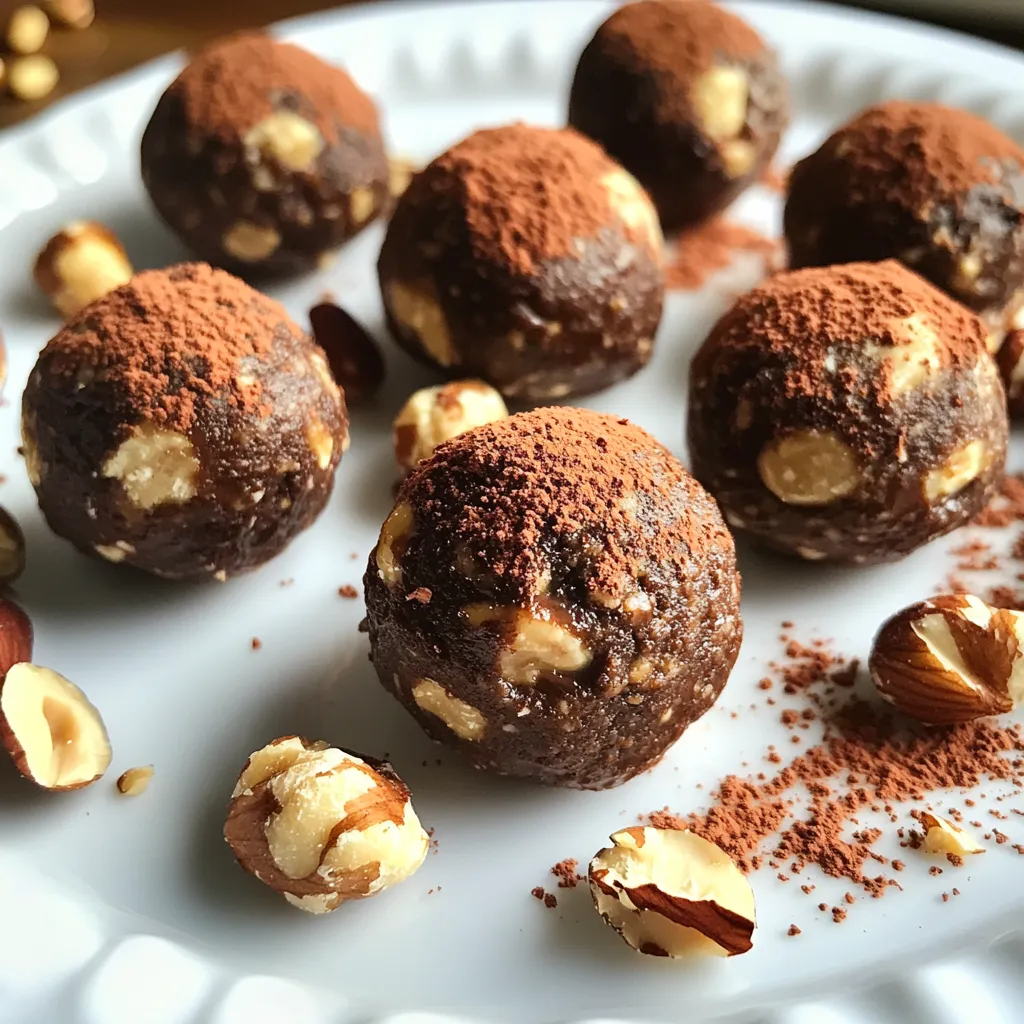 - 1 Tasse Medjool-Daten, entsteint - 1 Tasse Haferflocken - ½ Tasse rohe Haselnüsse - ¼ Tasse ungesüßtes Kakaopulver - 2 Esslöffel Ahornsirup - 1 Teelöffel Vanilleextrakt - Eine Prise Meersalz - Optional: 2 Esslöffel Nussbutter (wie Mandel- oder Cashewbutter) Jede Zutat in diesen Energiehäppchen bringt Nutzen. Medjool-Daten geben dir natürliche Süße und Ballaststoffe. Sie helfen bei der Verdauung. Haferflocken liefern dir Energie und Proteine. Sie halten dich lange satt. Rohe Haselnüsse sind reich an gesunden Fetten. Sie unterstützen dein Herz. Ungesüßtes Kakaopulver ist voll mit Antioxidantien. Diese helfen deinem Körper, gesund zu bleiben. Ahornsirup ist ein natürlicher Süßstoff. Er hat Mineralien, die deinem Körper gut tun. Vanilleextrakt bringt Geschmack und kann die Stimmung heben. Die Prise Meersalz hilft, den Geschmack zu verstärken. Nussbutter macht die Häppchen cremig und gibt gesunde Fette. Ich empfehle, frische Medjool-Daten von Marken wie "Medjool" oder "Natural Delights" zu kaufen. Für Haferflocken sind "Quaker" und "Bob's Red Mill" gute Optionen. Rohe Haselnüsse von "Blue Diamond" sind lecker und hochwertig. Für Kakaopulver probiere "Cacao Barry" oder "Navitas Organics". Ahornsirup von "Crown Maple" ist geschmackvoll. Vanilleextrakt von "Nielsen-Massey" hat einen tollen Duft. Wenn du Nussbutter hinzufügst, sind "Justin's" und "Once Again" sehr empfehlenswert. Um die Haselnüsse richtig vorzubereiten, nehmen Sie eine Küchenmaschine. Geben Sie die rohe Haselnüsse hinein. Pürieren Sie sie kurz, bis sie fein gehackt sind. Achten Sie darauf, dass sie nicht zu einer Paste werden. Stellen Sie die gehackten Haselnüsse zur Seite. Sie geben den Energiehäppchen einen tollen Crunch. Jetzt kommen die anderen Zutaten in die Küchenmaschine. Fügen Sie die entsteinten Medjool-Daten, Haferflocken, Kakaopulver, Ahornsirup, Vanilleextrakt und Meersalz hinzu. Wenn Sie Nussbutter verwenden, geben Sie diese auch dazu. Verarbeiten Sie alles, bis ein klebriger Teig entsteht. Wenn der Teig zu trocken ist, fügen Sie einen Teelöffel Wasser oder mehr Ahornsirup hinzu. Schaben Sie die Seiten der Schüssel ab, damit alles gut vermischt wird. Sobald der Teig fertig ist, heben Sie die gehackten Haselnüsse vorsichtig unter. Nehmen Sie kleine Portionen des Teigs, etwa einen Esslöffel pro Häppchen. Rollen Sie diese zwischen Ihren Händen zu kleinen Bällchen. Platzieren Sie die Energiehäppchen auf ein mit Backpapier ausgelegtes Backblech. Stellen Sie sie für mindestens 30 Minuten in den Kühlschrank. Nach dem Kühlen sind die Häppchen fest und bereit zum Genießen. Ein häufiger Fehler ist, die Haselnüsse zu lange zu pürieren. Sie sollten fein gehackt sein, nicht zu einer Paste. Achten Sie darauf, die Mischung gut zu vermengen. Wenn der Teig zu trocken ist, fügen Sie mehr Ahornsirup oder Wasser hinzu. Das hilft, die Energiehäppchen zusammenzuhalten. Ein weiterer Fehler ist, die Häppchen nicht lange genug zu kühlen. Kühlen Sie sie mindestens 30 Minuten, damit sie fest werden. Ein guter Mixer oder eine Küchenmaschine ist wichtig. Sie helfen, die Zutaten gut zu vermengen. Ein Teelöffel und ein Esslöffel sind nützlich, um die Portionen abzumessen. Verwenden Sie auch eine Schüssel, um die Mischung zu kombinieren. Ein Backblech mit Backpapier erleichtert das Formen der Häppchen und verhindert ein Ankleben. Wenn Sie es süßer mögen, fügen Sie mehr Ahornsirup hinzu. Sie können auch andere Süßungsmittel wie Agavensirup verwenden. Für eine andere Textur probieren Sie verschiedene Nüsse. Mandeln oder Walnüsse können den Geschmack verändern. Wenn Sie die Häppchen cremiger machen möchten, fügen Sie mehr Nussbutter hinzu. So passen Sie die Rezeptur ganz nach Ihrem Geschmack an. {{image_4}} Wenn du die Haselnüsse ersetzen möchtest, probiere Mandeln oder Cashews. Beide Nüsse bringen ihren eigenen Geschmack und Nährstoffe mit. Du kannst auch Walnüsse verwenden, um eine leicht bittere Note hinzuzufügen. Hacke die Nüsse grob, damit sie in den Bällchen schön knusprig bleiben. Jede Nuss hat ihren eigenen Charakter, was das Rezept spannend macht. Ahornsirup ist großartig, aber du kannst auch andere Süßungsmittel verwenden. Agavendicksaft oder Kokosblütenzucker sind gute Alternativen. Honig wäre nicht vegan, aber sehr süß. Wenn du es weniger süß magst, verwende weniger Süßungsmittel. Du kannst auch Dattelpaste ausprobieren, um die Energiehäppchen noch gesünder zu machen. Achte darauf, die Menge anzupassen, damit der Teig die richtige Konsistenz hat. Wenn du Allergien hast, gibt es viele Anpassungen. Verwende glutenfreie Haferflocken für eine glutenfreie Option. Statt Nüssen kannst du Sonnenblumenkerne benutzen, wenn Nüsse nicht gehen. Bei Unverträglichkeiten gegenüber bestimmten Süßungsmitteln, probiere Kokoszucker oder frische Datteln. Diese Anpassungen machen das Rezept für fast jeden geeignet. Vergewissere dich, dass du die Zutaten gut prüfst, um sicher zu sein, dass sie passen. Um die veganen Schokoladen-Hazelnuss-Energiehäppchen frisch zu halten, lege sie in einen luftdichten Behälter. Stelle diesen Behälter in den Kühlschrank. So bleiben die Häppchen kühl und lecker. Vermeide es, sie in einen offenen Behälter zu legen. Das führt dazu, dass sie trocken werden. Diese Energiehäppchen sind bis zu zwei Wochen im Kühlschrank haltbar. Nach der Zubereitung kannst du sie sofort genießen oder für später aufbewahren. Achte darauf, sie gut zu verschließen, damit sie nicht ihren Geschmack verlieren. Für eine längere Lagerung kannst du die Energiehäppchen einfrieren. Lege sie einfach in eine gefriergeeignete Box oder einen Beutel. Achte darauf, die Luft gut herauszudrücken. So bleiben sie bis zu drei Monate frisch. Wenn du sie essen möchtest, lasse sie einfach im Kühlschrank auftauen. So bleiben sie lecker und knackig. Ja, die Energiehäppchen sind vegan und glutenfrei. Die Zutaten wie Medjool-Daten, Haferflocken und Haselnüsse sind pflanzlich. Achte darauf, glutenfreie Haferflocken zu wählen, wenn du eine Glutenunverträglichkeit hast. Diese kleinen Bällchen sind also perfekt für eine vegane oder glutenfreie Ernährung. Diese Energiehäppchen enthalten eine gute Menge Protein. Die Haselnüsse und Haferflocken liefern eine Mischung aus Protein und gesunden Fetten. In einer Portion von etwa einem Häppchen gibt es rund 2-3 Gramm Protein. Das macht sie zu einem tollen Snack für Energie und Sättigung. Ja, du kannst die Zutaten nach deinem Geschmack anpassen. Wenn du keine Haselnüsse magst, probiere Mandeln oder Walnüsse. Anstelle von Ahornsirup kannst du Agavendicksaft oder Honig verwenden. Für eine schokoladige Note kannst du auch Schokoladenstückchen hinzufügen. Lass deiner Kreativität freien Lauf! Zusammenfassend haben wir die Zutaten für Energiehäppchen, ihre Vorteile und empfohlene Marken betrachtet. Ich teile eine Schritt-für-Schritt-Anleitung zur Zubereitung und gebe nützliche Tipps, um häufige Fehler zu vermeiden. Zudem zeige ich Variationen mit anderen Nüssen und verschiedene Süßungsmittel auf. Die Lagerungshinweise helfen Ihnen, Energiehäppchen frisch zu halten. Mit diesen Informationen können Sie kreative und gesunde Snacks einfach selbst machen. Vertrauen Sie dem Prozess. Der Spaß beim Zubereiten und Genießen wird sich lohnen!