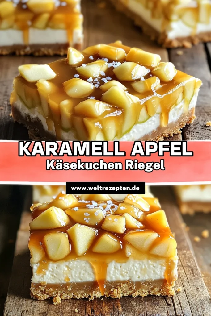Entdecken Sie den köstlichen Gesalzenen Karamell-Apfel-Käsekuchen-Riegel, der Ihre Geschmacksknospen verwöhnen wird! In nur wenigen Schritten zaubern Sie diese himmlischen Riegel mit einer perfekten Mischung aus Äpfeln, Frischkäse und gesalzenem Karamell. Ideal für jede Gelegenheit! Klicken Sie jetzt, um das vollständige Rezept und weitere Tipps zu erfahren! #Käsekuchen #Apfelrezepte #Dessertideen #KaramellAmen